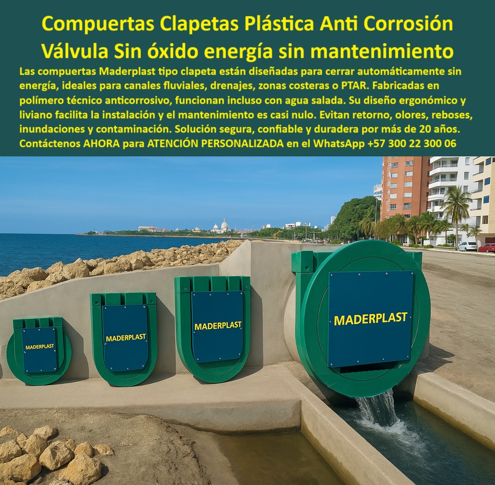 Catálogo Brochure Charnelas Clapeta Válvula Hidráulicas Tapas Cierre Canal Maderplast 0 Las compuertas clapetas plásticas anticorrosión de Maderplast representan la solución definitiva en válvulas sin óxido energía sin mantenimiento, diseñadas para proteger infraestructuras hidráulicas tanto urbanas como rurales. Esta imagen del Catálogo Brochure Charnelas Clapeta Válvula Hidráulicas Tapas Cierre Canal Maderplast lo dice todo: frente al mar, sobre estructura de concreto, distintas referencias de compuertas plásticas antirretorno demuestran cómo una sola tecnología puede adaptarse a canales fluviales, ductos costeros, bocatomas, zonas rurales y drenajes urbanos, todo sin requerir energía, sin oxidarse y sin mantenimiento. - Este sistema de tapa hidráulica tipo clapeta en muro de concreto costero está fabricado en polímero técnico anticorrosivo, lo que le permite resistir la exposición prolongada al agua salada, los rayos UV, y entornos altamente agresivos como emisarios, canales de tormenta y zonas expuestas a reboses o reflujos contaminantes. Al evitar retorno de aguas contaminadas o salobres, estas charnelas garantizan no solo el control de caudal, sino la integridad de las estructuras a largo plazo. La válvula antirretorno para canales rurales evita inundaciones en zonas agrícolas, mientras que su versión costera protege edificaciones turísticas y urbanas. - Cuando te preguntas cuál es la mejor válvula para prevenir inundaciones en zonas rurales, o qué tecnología puede resistir climas salinos extremos sin oxidarse, sin piezas móviles metálicas y sin mantenimiento, la respuesta es clara: las compuertas hidráulicas plásticas tipo clapeta de Maderplast. Estas se instalan como tapa de canal hidráulico contra inundaciones costeras, ideales en zonas marítimas, ductos de drenaje, canaletas pluviales o en infraestructuras rurales donde el acceso al mantenimiento es limitado. - Con Maderplast, encuentras gran variedad de diseños y modelos de válvula-hidráulica-sin-corrosión-marina, para manejo eficiente y automático del flujo, incluso con agua salada, o en entornos fluviales agresivos. La tecnología incluye desde compuerta unidireccional plástica para vertimiento, instalada en canales abiertos o cerrados, hasta tapa hidráulica tipo clapeta en muro de concreto costero con sello hermético. Muchas personas la conocen como compuerta hidráulica plástica tipo clapeta, aunque también se le denomina charnela plástica para canales expuestos al mar, o tapa de acceso a ductos hidráulicos costeros. Cada compuerta actúa como compuerta-de-retención-para-canales-salinos-sin-energía, adaptándose sin fallos a condiciones exigentes como reboses de tormenta, oleajes o drenajes industriales. - La válvula ecológica de control hidráulico sin óxido ha revolucionado los sistemas costeros y rurales, al eliminar mantenimientos frecuentes, repuestos metálicos y el riesgo de bloqueo por corrosión. Hoy es posible contar con una válvula sin energía para control de vertimientos rurales, capaz de cerrar de forma hermética automáticamente, sin mecanismos, ni resortes, ni motores. Su diseño pasivo, pero de ingeniería avanzada, responde a la presión del fluido, permitiendo un sistema antirretorno para obras hidráulicas sin mantenimiento, robusto y sostenible. - ¿Necesita una válvula-de-retención-para-zonas-costeras que no se oxide? ¿Se requiere una clapeta de polipropileno para drenaje costero que funcione sin energía? ¿Busca un sistema confiable como tapa-acceso-ducto para canales rurales? ¿Desea una válvula hidráulica para zonas rurales sin óxido que evite inundaciones? Con Maderplast, no solo las encuentra, sino que además obtiene respaldo técnico, acompañamiento en diseño, instalación con planos CAD/BIM y la certeza de más de 20 años de durabilidad comprobada. - Esta es la nueva generación de charnela-plástica-de-polímero-reforzado, con sistema de cierre automático sin energía, ideal para una infraestructura hidráulica resiliente. Lo que ves en la imagen es más que un producto; es la respuesta a años de necesidad técnica no resuelta. Si buscabas una compuerta de seguridad plástica para evitar inundaciones, o una válvula hidráulica sin mantenimiento en ductos rurales, hoy puedes decir: la encontré, se llama Maderplast. Cuál es la mejor válvula para prevenir inundaciones en zonas rurales, - válvula antirretorno para canales rurales, - tapa-acceso-ducto Catálogo PP Catálogo Brochure Charnelas Clapeta Válvula Hidráulicas Tapas Cierre Canal Maderplast 0 Cuál es la mejor válvula para prevenir inundaciones en zonas rurales válvula antirretorno para canales rurales tapa acceso ducto Catálogo PP 0 Las compuertas clapetas plásticas anticorrosión de Maderplast representan la solución definitiva en válvulas sin óxido energía sin mantenimiento, diseñadas para proteger infraestructuras hidráulicas tanto urbanas como rurales. Esta imagen del Catálogo Brochure Charnelas Clapeta Válvula Hidráulicas Tapas Cierre Canal Maderplast lo dice todo: frente al mar, sobre estructura de concreto, distintas referencias de compuertas plásticas antirretorno demuestran cómo una sola tecnología puede adaptarse a canales fluviales, ductos costeros, bocatomas, zonas rurales y drenajes urbanos, todo sin requerir energía, sin oxidarse y sin mantenimiento. - Este sistema de tapa hidráulica tipo clapeta en muro de concreto costero está fabricado en polímero técnico anticorrosivo, lo que le permite resistir la exposición prolongada al agua salada, los rayos UV, y entornos altamente agresivos como emisarios, canales de tormenta y zonas expuestas a reboses o reflujos contaminantes. Al evitar retorno de aguas contaminadas o salobres, estas charnelas garantizan no solo el control de caudal, sino la integridad de las estructuras a largo plazo. La válvula antirretorno para canales rurales evita inundaciones en zonas agrícolas, mientras que su versión costera protege edificaciones turísticas y urbanas. - Cuando te preguntas cuál es la mejor válvula para prevenir inundaciones en zonas rurales, o qué tecnología puede resistir climas salinos extremos sin oxidarse, sin piezas móviles metálicas y sin mantenimiento, la respuesta es clara: las compuertas hidráulicas plásticas tipo clapeta de Maderplast. Estas se instalan como tapa de canal hidráulico contra inundaciones costeras, ideales en zonas marítimas, ductos de drenaje, canaletas pluviales o en infraestructuras rurales donde el acceso al mantenimiento es limitado. - Con Maderplast, encuentras gran variedad de diseños y modelos de válvula-hidráulica-sin-corrosión-marina, para manejo eficiente y automático del flujo, incluso con agua salada, o en entornos fluviales agresivos. La tecnología incluye desde compuerta unidireccional plástica para vertimiento, instalada en canales abiertos o cerrados, hasta tapa hidráulica tipo clapeta en muro de concreto costero con sello hermético. Muchas personas la conocen como compuerta hidráulica plástica tipo clapeta, aunque también se le denomina charnela plástica para canales expuestos al mar, o tapa de acceso a ductos hidráulicos costeros. Cada compuerta actúa como compuerta-de-retención-para-canales-salinos-sin-energía, adaptándose sin fallos a condiciones exigentes como reboses de tormenta, oleajes o drenajes industriales. - La válvula ecológica de control hidráulico sin óxido ha revolucionado los sistemas costeros y rurales, al eliminar mantenimientos frecuentes, repuestos metálicos y el riesgo de bloqueo por corrosión. Hoy es posible contar con una válvula sin energía para control de vertimientos rurales, capaz de cerrar de forma hermética automáticamente, sin mecanismos, ni resortes, ni motores. Su diseño pasivo, pero de ingeniería avanzada, responde a la presión del fluido, permitiendo un sistema antirretorno para obras hidráulicas sin mantenimiento, robusto y sostenible. - ¿Necesita una válvula-de-retención-para-zonas-costeras que no se oxide? ¿Se requiere una clapeta de polipropileno para drenaje costero que funcione sin energía? ¿Busca un sistema confiable como tapa-acceso-ducto para canales rurales? ¿Desea una válvula hidráulica para zonas rurales sin óxido que evite inundaciones? Con Maderplast, no solo las encuentra, sino que además obtiene respaldo técnico, acompañamiento en diseño, instalación con planos CAD/BIM y la certeza de más de 20 años de durabilidad comprobada. - Esta es la nueva generación de charnela-plástica-de-polímero-reforzado, con sistema de cierre automático sin energía, ideal para una infraestructura hidráulica resiliente. Lo que ves en la imagen es más que un producto; es la respuesta a años de necesidad técnica no resuelta. Si buscabas una compuerta de seguridad plástica para evitar inundaciones, o una válvula hidráulica sin mantenimiento en ductos rurales, hoy puedes decir: la encontré, se llama Maderplast. Catálogo Brochure Charnelas Clapeta Válvula Hidráulicas Tapas Cierre Canal Maderplast 0 Cuál es la mejor válvula para prevenir inundaciones en zonas rurales, - válvula antirretorno para canales rurales, - tapa-acceso-ducto Catálogo PP