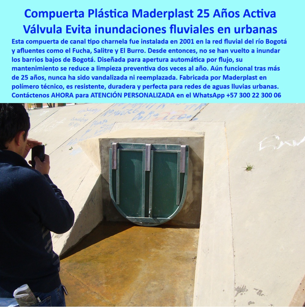 Charnela Para Canales Anti Retorno Instalación Charnelas Anti Inundaciones Maderplast 0 La imagen muestra la compuerta charnela número 77, instalada en 2001 en el canal fluvial del río Fucha, Bogotá. Esta válvula hidráulica plástica tipo charnela fue diseñada para evitar el reflujo de aguas lluvia y ha protegido por más de 20 años a los barrios aledaños de inundaciones. Su estructura está empotrada en concreto inclinado y cuenta con doble tapa plástica resistente, diseñada para cerrarse automáticamente ante el retorno del caudal, sin usar energía. La persona en la imagen documenta su excelente estado de conservación después de décadas de uso continuo. Fabricada por Maderplast en polímero técnico, es liviana, no se oxida, y soporta condiciones urbanas extremas. Maderplast ha desarrollado esta solución con tecnología de bajo mantenimiento, ideal para redes pluviales y drenajes en zonas vulnerables. La charnela 77 sigue operativa y es evidencia real de eficiencia hidráulica urbana a largo plazo. - tapa plástica para canal de agua lluvia sin óxido, - tapa de canal urbana con sello hidráulico, - tapa plástica hidráulica urbana vista frontal en canal, - ¿Qué usar para evitar el reflujo en canaletas?, - compuerta hidráulica de charnela para canal urbano, - charnela-urbana-hidráulica, - compuerta de canal con más de 20 años de uso, - válvula-hidráulica-urbana, - solución hidráulica para barrios propensos a inundaciones, - compuerta plástica en sistema pluvial, - charnela con diseño antigraffiti e instalación fija, - válvula plástica antirretorno para canales pluviales, - válvula verde rectangular empotrada en concreto con charnela, - solución plástica para retorno de agua lluvia, - tapa-para-control-de-reflujo, - compuerta para canal de concreto inclinado, - ¿Cuál compuerta es buena para aguas lluvias?, - charnela para evitar inundaciones por retorno, - válvula automática sin mantenimiento para drenajes, - válvula sin óxido para red fluvial, - ¿Qué válvula evita inundaciones en canales urbanos?, - control-de-agua-en-barrios, - válvula sin electricidad para redes pluviales, - compuerta tipo charnela para control fluvial urbano, - compuerta-plástica-de-inspección, - válvula urbana de alta durabilidad comprobada, - tapa canal sin mantenimiento con sello hermético, - charnela con apertura automática por caudal, - sistema-para-canales-concreto, - válvula para redes hidráulicas municipales, - válvula-antirretorno-pluvial, - sistema pluvial urbano sin riesgo de reflujos, - compuerta con sello hermético en sistema pluvial, - compuerta de drenaje para lluvias intensas, - compuerta sin operadores para control de caudal urbano, - válvula doble abatible para control hídrico, - charnela urbana para retorno cero, - tapa plástica antirretorno en canal concreto, - ¿Qué compuerta sirve para lluvias en barrios?, - sistema-pluvial-antirretorno, - persona toma foto a válvula instalada en drenaje urbano, - compuerta-doble-para-drenaje, - compuerta urbana de inspección para lluvias, - ¿Dónde compro válvulas antirretorno sin energía?, - tapa para canaleta urbana con apertura hidráulica, - compuerta fluvial urbana para aguas lluvia, - válvula automática sin mantenimiento visible, - sistema antirretorno sin energía para canales urbanos, - compuerta hidráulica para aguas lluvia en ciudad, - compuerta segura para sistemas fluviales urbanos, - compuerta abatible compacta para control de agua, - compuerta-para-agua-lluvia, - válvula sin óxido ni corrosión para canales, - compuerta liviana para canales inclinados, - compuerta plástica doble instalada en canal urbano inclinado compuerta de canal para aguas lluvias, - válvula apertura automática por flujo, - compuerta de inspección para redes fluviales urbanas Mar Charnela Para Canales Anti Retorno Instalación Charnelas Anti Inundaciones Maderplast 0 compuerta de canal para aguas lluvias válvula apertura automática por flujo compuerta de inspección para redes fluviales urbanas Mar 01 La imagen muestra la compuerta charnela número 77, instalada en 2001 en el canal fluvial del río Fucha, Bogotá. Esta válvula hidráulica plástica tipo charnela fue diseñada para evitar el reflujo de aguas lluvia y ha protegido por más de 20 años a los barrios aledaños de inundaciones. Su estructura está empotrada en concreto inclinado y cuenta con doble tapa plástica resistente, diseñada para cerrarse automáticamente ante el retorno del caudal, sin usar energía. La persona en la imagen documenta su excelente estado de conservación después de décadas de uso continuo. Fabricada por Maderplast en polímero técnico, es liviana, no se oxida, y soporta condiciones urbanas extremas. Maderplast ha desarrollado esta solución con tecnología de bajo mantenimiento, ideal para redes pluviales y drenajes en zonas vulnerables. La charnela 77 sigue operativa y es evidencia real de eficiencia hidráulica urbana a largo plazo. - tapa plástica para canal de agua lluvia sin óxido, - tapa de canal urbana con sello hidráulico, - tapa plástica hidráulica urbana vista frontal en canal, - ¿Qué usar para evitar el reflujo en canaletas?, - compuerta hidráulica de charnela para canal urbano, - charnela-urbana-hidráulica, - compuerta de canal con más de 20 años de uso, - válvula-hidráulica-urbana, - solución hidráulica para barrios propensos a inundaciones, - compuerta plástica en sistema pluvial, - charnela con diseño antigraffiti e instalación fija, - válvula plástica antirretorno para canales pluviales, - válvula verde rectangular empotrada en concreto con charnela, - solución plástica para retorno de agua lluvia, - tapa-para-control-de-reflujo, - compuerta para canal de concreto inclinado, - ¿Cuál compuerta es buena para aguas lluvias?, - charnela para evitar inundaciones por retorno, - válvula automática sin mantenimiento para drenajes, - válvula sin óxido para red fluvial, - ¿Qué válvula evita inundaciones en canales urbanos?, - control-de-agua-en-barrios, - válvula sin electricidad para redes pluviales, - compuerta tipo charnela para control fluvial urbano, - compuerta-plástica-de-inspección, - válvula urbana de alta durabilidad comprobada, - tapa canal sin mantenimiento con sello hermético, - charnela con apertura automática por caudal, - sistema-para-canales-concreto, - válvula para redes hidráulicas municipales, - válvula-antirretorno-pluvial, - sistema pluvial urbano sin riesgo de reflujos, - compuerta con sello hermético en sistema pluvial, - compuerta de drenaje para lluvias intensas, - compuerta sin operadores para control de caudal urbano, - válvula doble abatible para control hídrico, - charnela urbana para retorno cero, - tapa plástica antirretorno en canal concreto, - ¿Qué compuerta sirve para lluvias en barrios?, - sistema-pluvial-antirretorno, - persona toma foto a válvula instalada en drenaje urbano, - compuerta-doble-para-drenaje, - compuerta urbana de inspección para lluvias, - ¿Dónde compro válvulas antirretorno sin energía?, - tapa para canaleta urbana con apertura hidráulica, - compuerta fluvial urbana para aguas lluvia, - válvula automática sin mantenimiento visible, - sistema antirretorno sin energía para canales urbanos, - compuerta hidráulica para aguas lluvia en ciudad, - compuerta segura para sistemas fluviales urbanos, - compuerta abatible compacta para control de agua, - compuerta-para-agua-lluvia, - válvula sin óxido ni corrosión para canales, - compuerta liviana para canales inclinados, - compuerta plástica doble instalada en canal urbano inclinado Charnela Para Canales Anti Retorno Instalación Charnelas Anti Inundaciones Maderplast 0 compuerta de canal para aguas lluvias, - válvula apertura automática por flujo, - compuerta de inspección para redes fluviales urbanas Mar