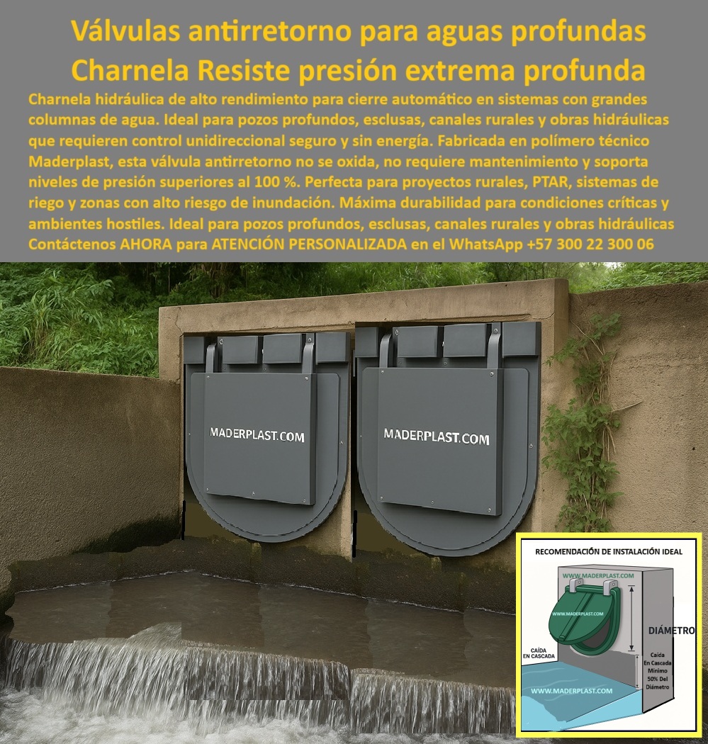 Charnela Válvula Antirretorno Agua Pozo Profundo Cierre Hidráulico Maderplast 0 La imagen muestra dos compuertas dobles plásticas grises en canal con caída de agua, instaladas en una estructura hidráulica de concreto rural. Estas compuertas, fabricadas por Maderplast, son del tipo clapeta circular sin piezas metálicas, diseñadas para operar como charnela antirretorno sin energía en sistemas con presión extrema profunda. Están ubicadas en un canal con caída en cascada, donde el diseño técnico aprovecha la gravedad para garantizar un funcionamiento seguro y eficiente, como lo indica el diagrama técnico visible en la parte inferior derecha de la imagen. Esta solución está recomendada específicamente para pozos profundos, esclusas, canales rurales y todo tipo de obras hidráulicas exigentes. - ¿Qué compuerta funciona bien para aguas servidas rurales? La respuesta es clara: la válvula de polímero para aguas profundas de Maderplast, diseñada para ambientes hostiles donde otras válvulas fallan por corrosión o atascos. Esta compuerta de drenaje sin corrosión no necesita mantenimiento, energía ni lubricación, y su desempeño ha sido comprobado en zonas donde la presión del agua supera el 100 %. Su cuerpo en polímero técnico resiste agua salada, productos químicos, rayos UV y ambientes críticos, haciendo de esta una válvula plástica sin mantenimiento profundo insuperable. - ¿Qué válvula sirve para pozos de alta presión? La válvula plástica antirretorno alta columna, que actúa como una tapa de canal sin retorno en polímero resistente, con cierre automático activado únicamente por el flujo del agua. Esta tecnología reemplaza con ventajas cualquier compuerta metálica, eliminando el óxido y reduciendo el peso de instalación. Su sistema de cierre hidráulico sin energía permite el paso unidireccional y bloquea el retorno incluso en sistemas-de-riego, aguas servidas profundas y zonas con alta columna hidráulica. - ¿Qué compuerta aguanta presión extrema? La compuerta de retención reforzada en polímero técnico con diseño de válvula técnica rural resistente, que actúa como sistema de cierre sin energía hidráulica, garantiza protección en cualquier escenario. Desde sistemas rurales hasta PTAR, esta solución se adapta perfectamente como tapa válvula pozo presión alta, con un sistema que permite montaje sobre muro o en canales con caída vertical. - ¿Qué tapa evita reflujo en sistemas rurales? La tapa de retención canal de Maderplast, una compuerta ligera para proyectos hídricos que protege cultivos, infraestructuras rurales y sistemas de recolección de aguas sin necesidad de energía externa. Al ser una compuerta para aguas profundas, ofrece máxima durabilidad con tecnología pasiva, diseñada para zonas donde no hay acceso a sistemas eléctricos o mantenimientos periódicos. - ¿Dónde consigo una compuerta para aguas profundas? Justo aquí: la compuerta plástica antirretorno alta presión, que ha sido instalada exitosamente en Colombia y otros países en proyectos de gran escala, como drenajes rurales, válvula para escotillas en zonas rurales, esclusas o estructuras de captación para bocatomas profundas. Su diseño de tapa industrial de alta resistencia y operación de válvula de cierre automático con caída vertical de presión la convierten en la mejor opción para canales rurales con descarga agresiva. - Esta charnela hidráulica para escotilla canal está pensada para durar décadas. Por eso, Maderplast ha desarrollado esta tecnología como parte del sistema válvula-cierre-automático, garantizando operación pasiva incluso en sistemas críticos de agua profunda. - Contáctenos AHORA para ATENCIÓN PERSONALIZADA en el WhatsApp +57 300 22 300 06 y reciba acompañamiento directo del equipo técnico de Maderplast. Porque cuando la presión sube, la tecnología Maderplast responde. Compuertas que cierran sin energía, sistemas que funcionan sin fallos. Ingeniería de verdad, en obras reales. tapa de canal sin retorno en polímero resistente, - Qué compuerta funciona bien para aguas servidas rurales, - sistemas-de-riego, - válvula-PP mar Charnela Válvula Antirretorno Agua Pozo Profundo Cierre Hidráulico Maderplast 0 tapa de canal sin retorno en polímero resistente Qué compuerta funciona bien para aguas servidas rurales sistemas de riego válvula PP mar 01 La imagen muestra dos compuertas dobles plásticas grises en canal con caída de agua, instaladas en una estructura hidráulica de concreto rural. Estas compuertas, fabricadas por Maderplast, son del tipo clapeta circular sin piezas metálicas, diseñadas para operar como charnela antirretorno sin energía en sistemas con presión extrema profunda. Están ubicadas en un canal con caída en cascada, donde el diseño técnico aprovecha la gravedad para garantizar un funcionamiento seguro y eficiente, como lo indica el diagrama técnico visible en la parte inferior derecha de la imagen. Esta solución está recomendada específicamente para pozos profundos, esclusas, canales rurales y todo tipo de obras hidráulicas exigentes. - ¿Qué compuerta funciona bien para aguas servidas rurales? La respuesta es clara: la válvula de polímero para aguas profundas de Maderplast, diseñada para ambientes hostiles donde otras válvulas fallan por corrosión o atascos. Esta compuerta de drenaje sin corrosión no necesita mantenimiento, energía ni lubricación, y su desempeño ha sido comprobado en zonas donde la presión del agua supera el 100 %. Su cuerpo en polímero técnico resiste agua salada, productos químicos, rayos UV y ambientes críticos, haciendo de esta una válvula plástica sin mantenimiento profundo insuperable. - ¿Qué válvula sirve para pozos de alta presión? La válvula plástica antirretorno alta columna, que actúa como una tapa de canal sin retorno en polímero resistente, con cierre automático activado únicamente por el flujo del agua. Esta tecnología reemplaza con ventajas cualquier compuerta metálica, eliminando el óxido y reduciendo el peso de instalación. Su sistema de cierre hidráulico sin energía permite el paso unidireccional y bloquea el retorno incluso en sistemas-de-riego, aguas servidas profundas y zonas con alta columna hidráulica. - ¿Qué compuerta aguanta presión extrema? La compuerta de retención reforzada en polímero técnico con diseño de válvula técnica rural resistente, que actúa como sistema de cierre sin energía hidráulica, garantiza protección en cualquier escenario. Desde sistemas rurales hasta PTAR, esta solución se adapta perfectamente como tapa válvula pozo presión alta, con un sistema que permite montaje sobre muro o en canales con caída vertical. - ¿Qué tapa evita reflujo en sistemas rurales? La tapa de retención canal de Maderplast, una compuerta ligera para proyectos hídricos que protege cultivos, infraestructuras rurales y sistemas de recolección de aguas sin necesidad de energía externa. Al ser una compuerta para aguas profundas, ofrece máxima durabilidad con tecnología pasiva, diseñada para zonas donde no hay acceso a sistemas eléctricos o mantenimientos periódicos. - ¿Dónde consigo una compuerta para aguas profundas? Justo aquí: la compuerta plástica antirretorno alta presión, que ha sido instalada exitosamente en Colombia y otros países en proyectos de gran escala, como drenajes rurales, válvula para escotillas en zonas rurales, esclusas o estructuras de captación para bocatomas profundas. Su diseño de tapa industrial de alta resistencia y operación de válvula de cierre automático con caída vertical de presión la convierten en la mejor opción para canales rurales con descarga agresiva. - Esta charnela hidráulica para escotilla canal está pensada para durar décadas. Por eso, Maderplast ha desarrollado esta tecnología como parte del sistema válvula-cierre-automático, garantizando operación pasiva incluso en sistemas críticos de agua profunda. - Contáctenos AHORA para ATENCIÓN PERSONALIZADA en el WhatsApp +57 300 22 300 06 y reciba acompañamiento directo del equipo técnico de Maderplast. Porque cuando la presión sube, la tecnología Maderplast responde. Compuertas que cierran sin energía, sistemas que funcionan sin fallos. Ingeniería de verdad, en obras reales. Charnela Válvula Antirretorno Agua Pozo Profundo Cierre Hidráulico Maderplast 0 tapa de canal sin retorno en polímero resistente, - Qué compuerta funciona bien para aguas servidas rurales, - sistemas-de-riego, - válvula-PP mar