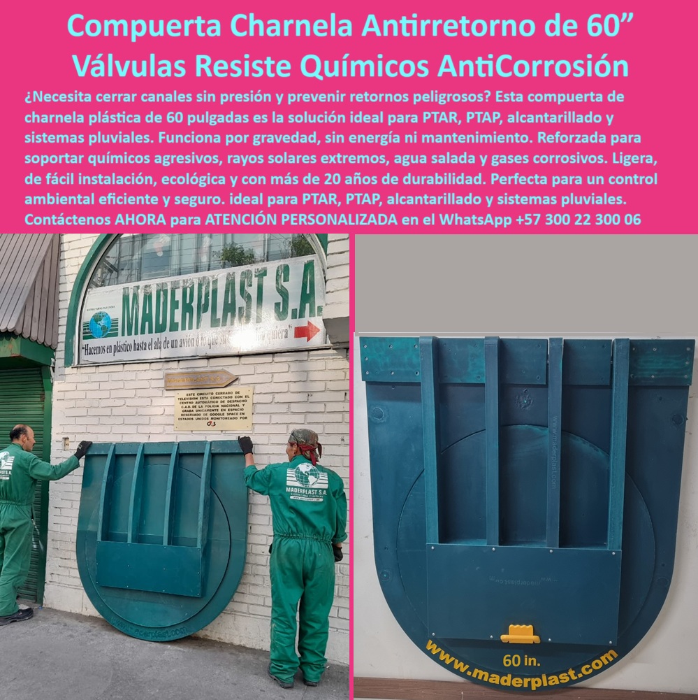 Fábrica Charnelas De Gran Tamaño Para Ptar Ptap Catálogo Brochure Tapa Maderplast 0 La imagen muestra la imponente compuerta charnela antirretorno de 60 pulgadas Maderplast, una solución diseñada para proteger infraestructuras hidráulicas de alto nivel como PTAR, PTAP, alcantarillado y sistemas pluviales urbanos e industriales. Se trata de una válvula de control de caudal sin óxido ni presión, con un diseño técnico que combina robustez, eficiencia hidráulica y sostenibilidad ambiental. - Fabricada en polímero técnico de alto desempeño, esta charnela hidráulica para PTAR y PTAP es una compuerta de gran formato que resiste químicos agresivos, rayos solares extremos, agua salada, gases corrosivos y condiciones ambientales severas sin oxidarse ni deformarse. Su tecnología de múltiples bisagras, en este caso cuatro, garantiza un cierre seguro que no se desajusta incluso frente a corrientes de crecida o flujos turbulentos, un problema común que enfrentan otras compuertas metálicas tradicionales. Esta compuerta con cierre seguro para aguas residuales opera por gravedad, lo que significa que no necesita energía externa, sistemas de presión ni mecanismos motorizados. - A diferencia de válvulas convencionales, la charnela ecológica resistente a químicos y rayos solares Maderplast tiene un diseño de compuerta múltiple bisagra para cierre hermético, especialmente creada para canales no presurizados, donde el flujo debe ser unidireccional y sin posibilidad de retorno. Gracias a su diseño, esta compuerta segura contra crecidas y flujos turbulentos mantiene siempre un sello perfecto, sin requerir ajustes manuales o supervisión constante. - Se instala fácilmente sobre estructuras de concreto, y puede emplearse como tapa plástica reforzada para canales no presurizados, tapa de inspección hidráulica con múltiple anclaje, tapa plástica para ductos sanitarios, o incluso como válvula de polímero grande contra reflujo en PTAR. La imagen muestra claramente su escala, manipulada por personal especializado de Maderplast durante la revisión técnica en planta, lo que permite dimensionar visualmente la calidad estructural y el compromiso con la precisión de fabricación. - La compuerta hidráulica plástica de 60 pulgadas instalada en planta hidráulica que se observa aquí forma parte de la nueva generación de soluciones de cierre automático para zonas críticas. Su sistema pasivo elimina el uso de motores, lo que se traduce en ahorro energético, cero emisiones, cero mantenimiento y una operación totalmente autónoma. El sistema es apto para canales urbanos, redes pluviales, zonas industriales, ductos sanitarios, plantas de tratamiento y cualquier otra obra donde se necesite evitar el retorno de agua contaminada sin perder eficiencia. - Con Maderplast, encuentras soluciones de gran formato como la compuerta antirretorno plástica 60 pulgadas, usada como tapa hidráulica robusta para canales de agua gris, compuerta plástica para canales sin presión, o incluso como válvula antirretorno grande resistente a químicos. Este modelo es ideal para cualquier entidad o contratista que se pregunte qué compuerta usar en PTAR sin presión ni óxido, o dónde conseguir válvulas grandes para canales no presurizados, porque aquí está la solución: charnela reforzada con múltiples bisagras para PTAR, diseñada para durar más de 20 años, sin fallas de alineación, sin óxido, y sin reemplazos costosos. - Esta válvula de retención ecológica sin mantenimiento transforma la manera en que se conciben los sistemas de drenaje avanzados. Su función pasiva basada en gravedad asegura una válvula con cierre automático por gravedad, libre de errores mecánicos. Además, al ser una compuerta industrial libre de óxido para agua residual, contribuye con la eficiencia operativa y el cumplimiento ambiental. - La charnela-con-cuatro-bisagras-reforzadas que aparece en la imagen es una prueba real del compromiso de Maderplast con la innovación útil, duradera y confiable. Cada componente ha sido optimizado para ofrecer tecnología hidráulica sostenible, libre de corrosión, adaptable a cualquier clima y compatible con entornos urbanos e industriales. Es una verdadera tapa hidráulica de gran tamaño industrial, instalada por expertos y fabricada con visión de largo plazo. - ¿Estás buscando una compuerta plástica reforzada para zonas industriales? ¿Necesitas una tapa hidráulica resistente a químicos agresivos? ¿O buscas una válvula plástica de gran tamaño para sistemas pluviales que no falle en entornos hostiles? La respuesta está en la charnela ecológica anticorrosiva para obras hidráulicas de Maderplast. - En resumen: para sistemas donde el mantenimiento es difícil, el entorno es químico, el agua es salada y el presupuesto necesita soluciones a largo plazo, Maderplast ofrece la compuerta plástica de 60 pulgadas para canales sin presión, reforzada, confiable, sostenible y certificada en el campo. charnela ecológica resistente a químicos y rayos solares, - tapa plástica reforzada para canales no presurizados, Qué compuerta usar Ptar ptap Fábrica Charnelas De Gran Tamaño Para Ptar Ptap Catálogo Brochure Tapa Maderplast 0 charnela ecológica resistente a químicos y rayos solares tapa plástica reforzada para canales no presurizados Qué compuerta usar Ptar ptap 01 La imagen muestra la imponente compuerta charnela antirretorno de 60 pulgadas Maderplast, una solución diseñada para proteger infraestructuras hidráulicas de alto nivel como PTAR, PTAP, alcantarillado y sistemas pluviales urbanos e industriales. Se trata de una válvula de control de caudal sin óxido ni presión, con un diseño técnico que combina robustez, eficiencia hidráulica y sostenibilidad ambiental. - Fabricada en polímero técnico de alto desempeño, esta charnela hidráulica para PTAR y PTAP es una compuerta de gran formato que resiste químicos agresivos, rayos solares extremos, agua salada, gases corrosivos y condiciones ambientales severas sin oxidarse ni deformarse. Su tecnología de múltiples bisagras, en este caso cuatro, garantiza un cierre seguro que no se desajusta incluso frente a corrientes de crecida o flujos turbulentos, un problema común que enfrentan otras compuertas metálicas tradicionales. Esta compuerta con cierre seguro para aguas residuales opera por gravedad, lo que significa que no necesita energía externa, sistemas de presión ni mecanismos motorizados. - A diferencia de válvulas convencionales, la charnela ecológica resistente a químicos y rayos solares Maderplast tiene un diseño de compuerta múltiple bisagra para cierre hermético, especialmente creada para canales no presurizados, donde el flujo debe ser unidireccional y sin posibilidad de retorno. Gracias a su diseño, esta compuerta segura contra crecidas y flujos turbulentos mantiene siempre un sello perfecto, sin requerir ajustes manuales o supervisión constante. - Se instala fácilmente sobre estructuras de concreto, y puede emplearse como tapa plástica reforzada para canales no presurizados, tapa de inspección hidráulica con múltiple anclaje, tapa plástica para ductos sanitarios, o incluso como válvula de polímero grande contra reflujo en PTAR. La imagen muestra claramente su escala, manipulada por personal especializado de Maderplast durante la revisión técnica en planta, lo que permite dimensionar visualmente la calidad estructural y el compromiso con la precisión de fabricación. - La compuerta hidráulica plástica de 60 pulgadas instalada en planta hidráulica que se observa aquí forma parte de la nueva generación de soluciones de cierre automático para zonas críticas. Su sistema pasivo elimina el uso de motores, lo que se traduce en ahorro energético, cero emisiones, cero mantenimiento y una operación totalmente autónoma. El sistema es apto para canales urbanos, redes pluviales, zonas industriales, ductos sanitarios, plantas de tratamiento y cualquier otra obra donde se necesite evitar el retorno de agua contaminada sin perder eficiencia. - Con Maderplast, encuentras soluciones de gran formato como la compuerta antirretorno plástica 60 pulgadas, usada como tapa hidráulica robusta para canales de agua gris, compuerta plástica para canales sin presión, o incluso como válvula antirretorno grande resistente a químicos. Este modelo es ideal para cualquier entidad o contratista que se pregunte qué compuerta usar en PTAR sin presión ni óxido, o dónde conseguir válvulas grandes para canales no presurizados, porque aquí está la solución: charnela reforzada con múltiples bisagras para PTAR, diseñada para durar más de 20 años, sin fallas de alineación, sin óxido, y sin reemplazos costosos. - Esta válvula de retención ecológica sin mantenimiento transforma la manera en que se conciben los sistemas de drenaje avanzados. Su función pasiva basada en gravedad asegura una válvula con cierre automático por gravedad, libre de errores mecánicos. Además, al ser una compuerta industrial libre de óxido para agua residual, contribuye con la eficiencia operativa y el cumplimiento ambiental. - La charnela-con-cuatro-bisagras-reforzadas que aparece en la imagen es una prueba real del compromiso de Maderplast con la innovación útil, duradera y confiable. Cada componente ha sido optimizado para ofrecer tecnología hidráulica sostenible, libre de corrosión, adaptable a cualquier clima y compatible con entornos urbanos e industriales. Es una verdadera tapa hidráulica de gran tamaño industrial, instalada por expertos y fabricada con visión de largo plazo. - ¿Estás buscando una compuerta plástica reforzada para zonas industriales? ¿Necesitas una tapa hidráulica resistente a químicos agresivos? ¿O buscas una válvula plástica de gran tamaño para sistemas pluviales que no falle en entornos hostiles? La respuesta está en la charnela ecológica anticorrosiva para obras hidráulicas de Maderplast. - En resumen: para sistemas donde el mantenimiento es difícil, el entorno es químico, el agua es salada y el presupuesto necesita soluciones a largo plazo, Maderplast ofrece la compuerta plástica de 60 pulgadas para canales sin presión, reforzada, confiable, sostenible y certificada en el campo. Fábrica Charnelas De Gran Tamaño Para Ptar Ptap Catálogo Brochure Tapa Maderplast 0 charnela ecológica resistente a químicos y rayos solares, - tapa plástica reforzada para canales no presurizados, Qué compuerta usar Ptar ptap