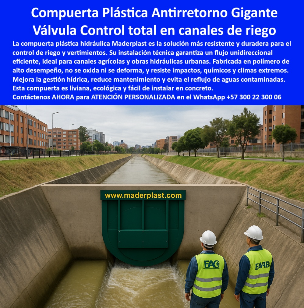 Instalación Charnela Compuertas Hidráulicas Canal De Riego Agrícola Maderplast 0 La imagen exhibe la imponente Compuerta Plástica Antirretorno Gigante Maderplast, la solución más robusta y duradera para un control total en canales de riego y vertimientos. Esta compuerta hidráulica, fabricada por Maderplast en polímero de alto desempeño, garantiza un flujo unidireccional eficiente, siendo ideal tanto para canales agrícolas como para obras hidráulicas urbanas. Su composición avanzada asegura que no se oxida, no se deforma, y resiste impactos, químicos y los climas más extremos. Al instalarla, optimizar la gestión hídrica, reducirás drásticamente el mantenimiento y prevendrán eficazmente el reflujo de aguas contaminadas. Siendo liviana, ecológica y sorprendentemente fácil de instalar en concreto, esta compuerta representa una inversión inteligente que asegura la protección y eficiencia a largo plazo de tus proyectos, - Su funcionamiento garantiza un flujo unidireccional eficiente, asegurando flujo-unidireccional-garantizado en todos los escenarios de operación hidráulica, y convirtiéndose en una verdadera compuerta plástica antirretorno gigante instalada para control de riego agrícola efectivo. Esta solución está diseñada para evitar el reflujo de aguas contaminadas, trabajando como válvula control total flujo unidireccional en obras urbanas y rurales. Si te preguntas ¿Qué compuerta plástica gigante controla canales de riego?, esta es la respuesta técnica más confiable. - Gracias al polímero de alto desempeño no oxidado, esta compuerta grande de plástico industrial representa una solución resistente a vertimientos duraderos, ideal para obras-civiles-duraderas que requieren una compuerta liviana fácil instalación concreto y libre de corrosión. Su aplicación responde también a ¿Cuál es la mejor compuerta para obras hidráulicas urbanas sin mantenimiento?, siendo perfecta como instalación compuerta plástica fuerte, compatible con concreto estructural sin necesidad de refuerzos metálicos. - Las válvulas anti reflujo super fuertes desarrolladas por Maderplast aseguran el control de vertimientos duradero, aportando protección-ambiental-agua, mejorando la gestión-hídrica-eficiente, y actuando como drenaje-urbano-seguro sin bloqueos ni retrocesos. Su sistema de charnela hidráulica canalización, también reconocida como charnela hidráulica polímero, permite máxima eficiencia con sin-mantenimiento-charnela, ideal para obras hidráulicas urbanas seguras y sistemas de riego agrícola de alto rendimiento. - Para quienes necesitan una barrera reflectora ecológica, este diseño liviano y robusto responde perfectamente a las preguntas más frecuentes del mercado como ¿Cómo evitar el reflujo de aguas contaminadas en canales agrícolas? o ¿Dónde comprar válvula antirretorno que no se oxide en concreto?, ya que esta compuerta ecológica liviana permite una implementación rápida y sostenible. Además, su diseño robusto asegura resistencia a impactos químicos extremos, incluso ante condiciones climáticas críticas o exposición prolongada. - Este producto forma parte de las soluciones-hidráulicas-innovadoras desarrolladas por Maderplast, donde cada compuerta instalada para control de riego agrícola asegura eficiencia, continuidad y confianza. Su sistema antirretorno de aguas contaminadas responde a exigencias operativas sin dejar de lado la protección ambiental agua limpia, cumpliendo con todos los criterios técnicos de sistemas de riego de alto rendimiento. - Su uso como compuerta canales agrícolas urbanos la convierte también en una válvula control total canales riego, clave en sistemas de drenaje urbano sin problemas. Es una solución control de caudal gigante que representa una inversión real en seguridad hídrica. Para todos aquellos que requieren una compuerta-gigante-antirretorno, esta es la tecnología ideal, duradera, económica en mantenimiento y superior en desempeño. - Así, esta compuerta ecológica, liviana, fácil instalación en concreto, construida en válvula-polímero-resistente, forma parte de un catálogo diseñado para control-riego-agrícola, asegurando la continuidad y eficiencia de sistemas hidráulicos estratégicos. Esta solución polímero de alto desempeño, resiste impactos y químicos, no solo mejora la operación sino que respalda decisiones públicas o privadas en infraestructura de largo plazo compuerta grande de plástico, - Compuerta instalada para control de riego agrícola, válvulas anti reflujo super fuertes grandes resistentes ptap Instalación Charnela Compuertas Hidráulicas Canal De Riego Agrícola Maderplast 0 compuerta grande de plástico Compuerta instalada para control de riego agrícola válvulas anti reflujo super fuertes grandes resistentes ptap 01 La imagen exhibe la imponente Compuerta Plástica Antirretorno Gigante Maderplast, la solución más robusta y duradera para un control total en canales de riego y vertimientos. Esta compuerta hidráulica, fabricada por Maderplast en polímero de alto desempeño, garantiza un flujo unidireccional eficiente, siendo ideal tanto para canales agrícolas como para obras hidráulicas urbanas. Su composición avanzada asegura que no se oxida, no se deforma, y resiste impactos, químicos y los climas más extremos. Al instalarla, optimizar la gestión hídrica, reducirás drásticamente el mantenimiento y prevendrán eficazmente el reflujo de aguas contaminadas. Siendo liviana, ecológica y sorprendentemente fácil de instalar en concreto, esta compuerta representa una inversión inteligente que asegura la protección y eficiencia a largo plazo de tus proyectos, - Su funcionamiento garantiza un flujo unidireccional eficiente, asegurando flujo-unidireccional-garantizado en todos los escenarios de operación hidráulica, y convirtiéndose en una verdadera compuerta plástica antirretorno gigante instalada para control de riego agrícola efectivo. Esta solución está diseñada para evitar el reflujo de aguas contaminadas, trabajando como válvula control total flujo unidireccional en obras urbanas y rurales. Si te preguntas ¿Qué compuerta plástica gigante controla canales de riego?, esta es la respuesta técnica más confiable. - Gracias al polímero de alto desempeño no oxidado, esta compuerta grande de plástico industrial representa una solución resistente a vertimientos duraderos, ideal para obras-civiles-duraderas que requieren una compuerta liviana fácil instalación concreto y libre de corrosión. Su aplicación responde también a ¿Cuál es la mejor compuerta para obras hidráulicas urbanas sin mantenimiento?, siendo perfecta como instalación compuerta plástica fuerte, compatible con concreto estructural sin necesidad de refuerzos metálicos. - Las válvulas anti reflujo super fuertes desarrolladas por Maderplast aseguran el control de vertimientos duradero, aportando protección-ambiental-agua, mejorando la gestión-hídrica-eficiente, y actuando como drenaje-urbano-seguro sin bloqueos ni retrocesos. Su sistema de charnela hidráulica canalización, también reconocida como charnela hidráulica polímero, permite máxima eficiencia con sin-mantenimiento-charnela, ideal para obras hidráulicas urbanas seguras y sistemas de riego agrícola de alto rendimiento. - Para quienes necesitan una barrera reflectora ecológica, este diseño liviano y robusto responde perfectamente a las preguntas más frecuentes del mercado como ¿Cómo evitar el reflujo de aguas contaminadas en canales agrícolas? o ¿Dónde comprar válvula antirretorno que no se oxide en concreto?, ya que esta compuerta ecológica liviana permite una implementación rápida y sostenible. Además, su diseño robusto asegura resistencia a impactos químicos extremos, incluso ante condiciones climáticas críticas o exposición prolongada. - Este producto forma parte de las soluciones-hidráulicas-innovadoras desarrolladas por Maderplast, donde cada compuerta instalada para control de riego agrícola asegura eficiencia, continuidad y confianza. Su sistema antirretorno de aguas contaminadas responde a exigencias operativas sin dejar de lado la protección ambiental agua limpia, cumpliendo con todos los criterios técnicos de sistemas de riego de alto rendimiento. - Su uso como compuerta canales agrícolas urbanos la convierte también en una válvula control total canales riego, clave en sistemas de drenaje urbano sin problemas. Es una solución control de caudal gigante que representa una inversión real en seguridad hídrica. Para todos aquellos que requieren una compuerta-gigante-antirretorno, esta es la tecnología ideal, duradera, económica en mantenimiento y superior en desempeño. - Así, esta compuerta ecológica, liviana, fácil instalación en concreto, construida en válvula-polímero-resistente, forma parte de un catálogo diseñado para control-riego-agrícola, asegurando la continuidad y eficiencia de sistemas hidráulicos estratégicos. Esta solución polímero de alto desempeño, resiste impactos y químicos, no solo mejora la operación sino que respalda decisiones públicas o privadas en infraestructura de largo plazo Instalación Charnela Compuertas Hidráulicas Canal De Riego Agrícola Maderplast 0 compuerta grande de plástico, - Compuerta instalada para control de riego agrícola, válvulas anti reflujo super fuertes grandes resistentes ptap