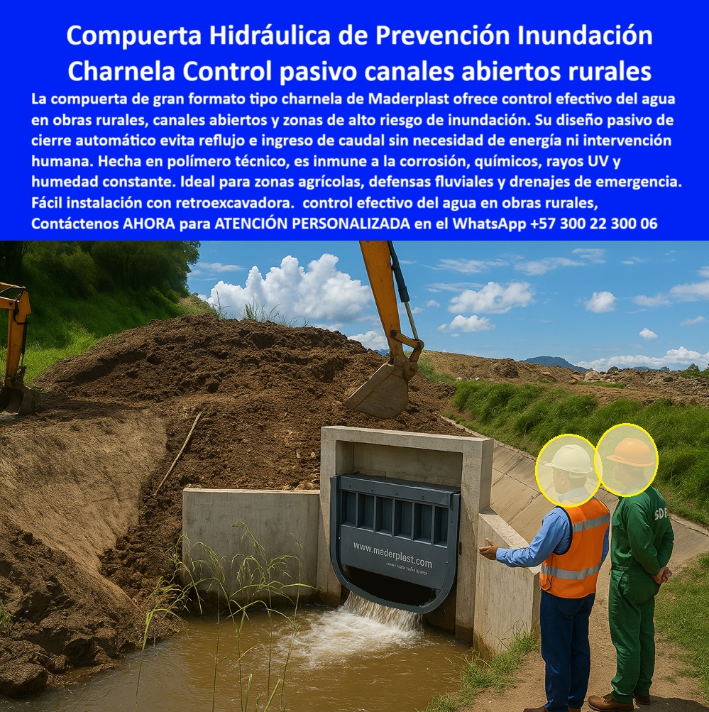 Instalación De Compuerta Charnela Gran Formato Para Obras Hidráulicas Maderplast 0 Compuerta Hidráulica Tipo Charnela de Gran Formato Maderplast: La Solución Definitiva para Control de Agua en Zonas Rurales, - La instalación-compuerta-canal que se observa en la imagen corresponde a una compuerta-hidráulica de gran formato tipo charnela de Maderplast, específicamente diseñada para brindar control efectivo del agua en canales abiertos rurales, obras de drenaje, defensas fluviales y zonas agrícolas con alto riesgo de inundación. Su funcionamiento pasivo convierte esta compuerta de control pasivo de agua en una solución que no requiere energía ni intervención humana, lo cual la posiciona como la respuesta definitiva a la pregunta: ¿Cómo controlar el agua sin energía en zonas agrícolas?, - Fabricada en polímero técnico, esta compuerta-polímero-técnico es inmune a la corrosión, a los químicos, a los rayos UV ya la humedad constante, lo que la hace perfecta para sistemas de riego, canales PTAR, y entornos de condiciones extremas. Su estructura robusta garantiza una larga vida útil sin mantenimiento, lo cual resuelve de forma eficiente otra pregunta clave: ¿Cuál es la mejor válvula para drenar canales rurales?, - Durante la instalación de válvula anti retorno con retroexcavadora, se evidencia la facilidad de implementación gracias a su diseño modular ya la posibilidad de montaje en estructuras existentes. La charnela hidráulica de gran formato actúa como una válvula-sin-energía, impidiendo el reflujo y asegurando un cierre automático. Esto la convierte en una poderosa clapeta-hidráulica-rural, ideal como compuerta técnica para canales PTAR o como compuerta para defensa fluvial. - Este sistema es también una válvula hidráulica para control de ríos, y su tecnología tipo válvula tipo chapaleta rural o válvula-antirretorno permite controlar grandes caudales sin perder eficiencia. La compuerta anti retorno sin mantenimiento, también conocida como clapeta para canales abiertos, elimina el riesgo de inundaciones al operar como una compuerta anti reflujo con fácil instalación. - Además, actúa como una compuerta sin energía para drenajes, aportando seguridad a cultivos vulnerables. Por eso, si te preguntas: ¿Qué poner en un canal para evitar el reflujo de agua? o ¿Qué compuerta sirve para evitar inundaciones en el campo?, la respuesta es clara: la compuerta de cierre automático sin energía de Maderplast. - Su diseño charlena-control-agua, también llamado charlena hidráulica rural anti inundación, brinda un sistema pasivo de control de agua en zona agrícola, ideal para sistema-drenaje-pasivo. Se adapta perfectamente como compuerta para cultivos con riesgo hídrico, donde su funcionamiento autónomo reduce costos operativos y elimina fallas asociadas a sistemas mecánicos o eléctricos. - Esta compuerta técnica polímero drenaje también se clasifica como compuerta resistente a químicos y UV, optimizada para control-inundaciones-agro, y reconocida en el mercado como compuerta para canales rurales y compuerta-zona-rural. Además, su ingeniería avanzada la sitúa como compuerta en macro obras, permitiendo su aplicación en megaproyectos hidráulicos. - El mecanismo de charlena cierre hidráulico sin motor, combinado con la acción de válvula basculante anti retorno, responde con eficacia al retorno de agua por lluvias intensas o crecidas de ríos. Esto la convierte en una clapeta de control de flujo pluvial, perfecta para sectores rurales, industriales o de infraestructura crítica. - Si aún te preguntas: ¿Dónde comprar compuerta tipo charnela sin motor?, la respuesta es: Maderplast, empresa líder en ingeniería plástica, innovación hidráulica y soluciones sostenibles. Su sistema de control hídrico con charnela ha sido probado exitosamente en obras como canales de riego, drenajes pluviales, sistemas PTAR y defensas agrícolas. - La Clapeta tipo charnela controlando flujo en obra hidráulica demuestra cómo el uso de polímeros técnicos puede superar al acero o concreto en resistencia, durabilidad y rendimiento. Esta charlena de polímero para ríos, con su diseño inteligente, no solo mejora la gestión del agua, sino que ofrece una solución viable, confiable y rentable en zonas con riesgo hídrico elevado. - Para más información personalizada sobre este producto, contáctanos ahora vía WhatsApp +57 300 22 300 06, y descubre por qué la compuerta hidráulica negra instalada en canal rural abierto de Maderplast es la mejor inversión en infraestructura hidráulica modernaQué compuerta usar para evitar inundaciones en campo abierto, - Compuerta en macro obras, - Sistema de control hídrico con charnela, Canal Ptar Instalación De Compuerta Charnela Gran Formato Para Obras Hidráulicas Maderplast 0 Qué compuerta usar para evitar inundaciones en campo abierto Compuerta en macro obras Sistema de control hídrico con charnela Canal Ptar 01 Compuerta Hidráulica Tipo Charnela de Gran Formato Maderplast: La Solución Definitiva para Control de Agua en Zonas Rurales, - La instalación-compuerta-canal que se observa en la imagen corresponde a una compuerta-hidráulica de gran formato tipo charnela de Maderplast, específicamente diseñada para brindar control efectivo del agua en canales abiertos rurales, obras de drenaje, defensas fluviales y zonas agrícolas con alto riesgo de inundación. Su funcionamiento pasivo convierte esta compuerta de control pasivo de agua en una solución que no requiere energía ni intervención humana, lo cual la posiciona como la respuesta definitiva a la pregunta: ¿Cómo controlar el agua sin energía en zonas agrícolas?, - Fabricada en polímero técnico, esta compuerta-polímero-técnico es inmune a la corrosión, a los químicos, a los rayos UV ya la humedad constante, lo que la hace perfecta para sistemas de riego, canales PTAR, y entornos de condiciones extremas. Su estructura robusta garantiza una larga vida útil sin mantenimiento, lo cual resuelve de forma eficiente otra pregunta clave: ¿Cuál es la mejor válvula para drenar canales rurales?, - Durante la instalación de válvula anti retorno con retroexcavadora, se evidencia la facilidad de implementación gracias a su diseño modular ya la posibilidad de montaje en estructuras existentes. La charnela hidráulica de gran formato actúa como una válvula-sin-energía, impidiendo el reflujo y asegurando un cierre automático. Esto la convierte en una poderosa clapeta-hidráulica-rural, ideal como compuerta técnica para canales PTAR o como compuerta para defensa fluvial. - Este sistema es también una válvula hidráulica para control de ríos, y su tecnología tipo válvula tipo chapaleta rural o válvula-antirretorno permite controlar grandes caudales sin perder eficiencia. La compuerta anti retorno sin mantenimiento, también conocida como clapeta para canales abiertos, elimina el riesgo de inundaciones al operar como una compuerta anti reflujo con fácil instalación. - Además, actúa como una compuerta sin energía para drenajes, aportando seguridad a cultivos vulnerables. Por eso, si te preguntas: ¿Qué poner en un canal para evitar el reflujo de agua? o ¿Qué compuerta sirve para evitar inundaciones en el campo?, la respuesta es clara: la compuerta de cierre automático sin energía de Maderplast. - Su diseño charlena-control-agua, también llamado charlena hidráulica rural anti inundación, brinda un sistema pasivo de control de agua en zona agrícola, ideal para sistema-drenaje-pasivo. Se adapta perfectamente como compuerta para cultivos con riesgo hídrico, donde su funcionamiento autónomo reduce costos operativos y elimina fallas asociadas a sistemas mecánicos o eléctricos. - Esta compuerta técnica polímero drenaje también se clasifica como compuerta resistente a químicos y UV, optimizada para control-inundaciones-agro, y reconocida en el mercado como compuerta para canales rurales y compuerta-zona-rural. Además, su ingeniería avanzada la sitúa como compuerta en macro obras, permitiendo su aplicación en megaproyectos hidráulicos. - El mecanismo de charlena cierre hidráulico sin motor, combinado con la acción de válvula basculante anti retorno, responde con eficacia al retorno de agua por lluvias intensas o crecidas de ríos. Esto la convierte en una clapeta de control de flujo pluvial, perfecta para sectores rurales, industriales o de infraestructura crítica. - Si aún te preguntas: ¿Dónde comprar compuerta tipo charnela sin motor?, la respuesta es: Maderplast, empresa líder en ingeniería plástica, innovación hidráulica y soluciones sostenibles. Su sistema de control hídrico con charnela ha sido probado exitosamente en obras como canales de riego, drenajes pluviales, sistemas PTAR y defensas agrícolas. - La Clapeta tipo charnela controlando flujo en obra hidráulica demuestra cómo el uso de polímeros técnicos puede superar al acero o concreto en resistencia, durabilidad y rendimiento. Esta charlena de polímero para ríos, con su diseño inteligente, no solo mejora la gestión del agua, sino que ofrece una solución viable, confiable y rentable en zonas con riesgo hídrico elevado. - Para más información personalizada sobre este producto, contáctanos ahora vía WhatsApp +57 300 22 300 06, y descubre por qué la compuerta hidráulica negra instalada en canal rural abierto de Maderplast es la mejor inversión en infraestructura hidráulica moderna Instalación De Compuerta Charnela Gran Formato Para Obras Hidráulicas Maderplast 0 Qué compuerta usar para evitar inundaciones en campo abierto, - Compuerta en macro obras, - Sistema de control hídrico con charnela, Canal Ptar