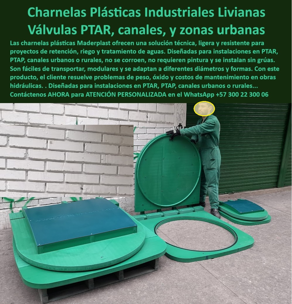 Proveedor Charnelas Grandes Medianas Ptar Ptap Catálogo Brochure Maderplast 0 En esta imagen observamos una escena que representa perfectamente la filosofía de Maderplast: tecnología plástica aplicada con ingeniería de alto rendimiento para soluciones reales. Un operario de Maderplast, en uniforme técnico, sostiene con una sola mano una charnela plástica ligera para canal urbano, demostrando en tiempo real que una compuerta-hidráulica-liviana-canal no requiere grúas, ni maquinaria pesada. A sus pies, organizadas sobre tarimas de transporte, reposan compuertas circulares listas para instalación, en diferentes medidas y configuraciones, listas para ir a obras de PTAR, PTAP, canales urbanos y zonas rurales. - Estas charnelas plásticas industriales livianas han sido desarrolladas con polímero técnico de alta ingeniería, libre de óxidos, resistente a químicos agresivos, rayos UV, humedad constante y presión hidráulica. Cada válvula-para-sistema-pluvial o sanitario ha sido diseñada para funcionar por gravedad o presión del agua, abriéndose al paso del caudal y cerrándose automáticamente para evitar el retorno sin necesidad de energía eléctrica ni mantenimiento periódico. Por eso se convierten en la solución preferida en proyectos de riego y acueducto, así como en estructuras urbanas, donde el óxido, el peso excesivo y los altos costos de mantenimiento han sido históricamente un problema. - Maderplast ofrece más que productos: ofrece confianza. Cada charnela industrial para proyectos hídricos está fabricada para adaptarse a distintos diámetros, presiones y condiciones ambientales. Desde una compuerta circular sin metal junto a pared blanca, como la que aparece en esta imagen, hasta una charnela-plástica-liviana para instalar en zonas sin acceso a grúa, todas las versiones se destacan por su ingeniería funcional. Con tapa hidráulica sin óxido para riego, válvula plástica para acueductos rurales, y compuerta ambiental de retención en zona urbana, los beneficios se vuelven evidentes: más liviana, más segura, más rápida de instalar y sin fallas. - ¿Te preguntas qué tapa usar para planta de tratamiento que no se corroe ni se atasque? Esta es. ¿Necesitas saber cómo instalar charnelas sin grúas en una red fluvial? Aquí lo estás viendo. ¿Buscas una tapa de acceso hidráulico industrial que no necesite pintura ni recubrimiento anticorrosivo? Maderplast ya la tiene lista para ti. La imagen no miente: el operario manipula una válvula plástica industrial sin esfuerzo, con confianza, porque sabe que está diseñada para proyectos de captación y vertimientos, para zonas contaminadas, para obras sanitarias exigentes. - Estas compuertas plásticas para sistemas PTAR, tapones plásticos para conducción sanitaria, y charnelas de gran diámetro para vertimiento, se están convirtiendo en el nuevo estándar en la infraestructura hídrica colombiana y más allá. Porque están pensadas no solo para resolver, sino para perdurar. Porque la calidad no necesita mantenimiento cuando se diseña con visión. - Contáctenos AHORA para ATENCIÓN PERSONALIZADA en el WhatsApp +57 300 22 300 06 y reciba acompañamiento directo del equipo técnico de Maderplast. Porque los grandes proyectos hidráulicos no comienzan con metal ni terminan con óxido. Comienzan con polímero, con precisión, con compromiso. Comienzan con Maderplast. compuerta ambiental de retención en zona urbana, - charnela industrial para proyectos de riego y acueducto, compuerta-hidráulica-liviana-canal ptar Proveedor Charnelas Grandes Medianas Ptar Ptap Catálogo Brochure Maderplast 0 compuerta ambiental de retención en zona urbana charnela industrial para proyectos de riego y acueducto compuerta hidráulica liviana canal ptar 01 En esta imagen observamos una escena que representa perfectamente la filosofía de Maderplast: tecnología plástica aplicada con ingeniería de alto rendimiento para soluciones reales. Un operario de Maderplast, en uniforme técnico, sostiene con una sola mano una charnela plástica ligera para canal urbano, demostrando en tiempo real que una compuerta-hidráulica-liviana-canal no requiere grúas, ni maquinaria pesada. A sus pies, organizadas sobre tarimas de transporte, reposan compuertas circulares listas para instalación, en diferentes medidas y configuraciones, listas para ir a obras de PTAR, PTAP, canales urbanos y zonas rurales. - Estas charnelas plásticas industriales livianas han sido desarrolladas con polímero técnico de alta ingeniería, libre de óxidos, resistente a químicos agresivos, rayos UV, humedad constante y presión hidráulica. Cada válvula-para-sistema-pluvial o sanitario ha sido diseñada para funcionar por gravedad o presión del agua, abriéndose al paso del caudal y cerrándose automáticamente para evitar el retorno sin necesidad de energía eléctrica ni mantenimiento periódico. Por eso se convierten en la solución preferida en proyectos de riego y acueducto, así como en estructuras urbanas, donde el óxido, el peso excesivo y los altos costos de mantenimiento han sido históricamente un problema. - Maderplast ofrece más que productos: ofrece confianza. Cada charnela industrial para proyectos hídricos está fabricada para adaptarse a distintos diámetros, presiones y condiciones ambientales. Desde una compuerta circular sin metal junto a pared blanca, como la que aparece en esta imagen, hasta una charnela-plástica-liviana para instalar en zonas sin acceso a grúa, todas las versiones se destacan por su ingeniería funcional. Con tapa hidráulica sin óxido para riego, válvula plástica para acueductos rurales, y compuerta ambiental de retención en zona urbana, los beneficios se vuelven evidentes: más liviana, más segura, más rápida de instalar y sin fallas. - ¿Te preguntas qué tapa usar para planta de tratamiento que no se corroe ni se atasque? Esta es. ¿Necesitas saber cómo instalar charnelas sin grúas en una red fluvial? Aquí lo estás viendo. ¿Buscas una tapa de acceso hidráulico industrial que no necesite pintura ni recubrimiento anticorrosivo? Maderplast ya la tiene lista para ti. La imagen no miente: el operario manipula una válvula plástica industrial sin esfuerzo, con confianza, porque sabe que está diseñada para proyectos de captación y vertimientos, para zonas contaminadas, para obras sanitarias exigentes. - Estas compuertas plásticas para sistemas PTAR, tapones plásticos para conducción sanitaria, y charnelas de gran diámetro para vertimiento, se están convirtiendo en el nuevo estándar en la infraestructura hídrica colombiana y más allá. Porque están pensadas no solo para resolver, sino para perdurar. Porque la calidad no necesita mantenimiento cuando se diseña con visión. - Contáctenos AHORA para ATENCIÓN PERSONALIZADA en el WhatsApp +57 300 22 300 06 y reciba acompañamiento directo del equipo técnico de Maderplast. Porque los grandes proyectos hidráulicos no comienzan con metal ni terminan con óxido. Comienzan con polímero, con precisión, con compromiso. Comienzan con Maderplast. Proveedor Charnelas Grandes Medianas Ptar Ptap Catálogo Brochure Maderplast 0 compuerta ambiental de retención en zona urbana, - charnela industrial para proyectos de riego y acueducto, compuerta-hidráulica-liviana-canal ptar
