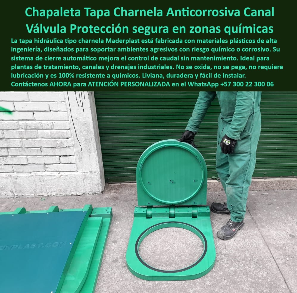 Proveedor Charnelas Grandes Medianas Ptar Ptap Catálogo Brochure Maderplast 0 La imagen muestra una tapa hidráulica circular instalada en canal con alto riesgo químico, manipulada por un operario de Maderplast uniformado y protegido, quien sostiene abierta una tapa de charnela resistente a corrosión, construida íntegramente en polímero técnico de ingeniería avanzada. Frente a una puerta industrial verde, sobre una superficie de concreto, la escena destaca no sólo el contexto real de aplicación sino el potencial que representa esta compuerta hidráulica de cierre Ptar para industrias donde el mantenimiento cero, la resistencia química y la durabilidad son mandatos, no sugerencias. - ¿Qué tapa sirve para canales con químicos corrosivos? La respuesta está aquí: la tapa hidráulica circular plástica, resistente a químicos y sin mantenimiento, una solución inteligente, ligera y funcional que opera con cierre automático sin necesidad de energía, presión externa ni mecanismos metálicos. Su sistema de charnela plástica química sin lubricación permite una apertura y cierre seguros en entornos donde otros materiales colapsaría por oxidación, agarrotamiento o reacción química. - ¿Dónde encuentro tapa sin mantenimiento para zona ácida? La respuesta es Maderplast: fabricante de válvula circular liviana de cierre automático para ambientes agresivos, líder en soluciones sin óxido, sin pintura y con máximo desempeño. Esta compuerta-anticorrosiva-sin-mantenimiento integra una tapa-de-canal-automática que, al activarse con el flujo, bloquea el reflujo de sustancias, gases o líquidos peligrosos. - La compuerta de polímero de cierre hermético, además de ser técnica y robusta, es tan liviana que puede instalarse sin grúa, en menos tiempo y con menor costo que cualquier solución metálica. Esta charnela-hidráulica-para-ptar-zonas-ácidas opera incluso en zonas costeras o redes industriales donde el salitre y los químicos son parte del día a día. - ¿Tienen válvulas que no necesitan pintura ni lubricación? Sí. Esta tapa hidráulica industrial sin metal, también conocida como tapa-para-canal-industrial-corrosivo, ha sido diseñada para resistir rayos UV, agua salada, químicos y cargas hidráulicas sin deformarse ni perder su función. Por eso, la compuerta sin óxido control químico de Maderplast se impone en industrias donde lo metálico ya no es viable. - En la escena, la válvula aparece abierta, mostrando su junta hermética, parte crítica de su diseño que garantiza sello total sin adhesivos ni mantenimiento. Esta charnela-de-cierre-automático-sin-óxido es ideal para plantas de tratamiento PTAR, canales con riesgo químico o zonas industriales que requieren compuertas seguras, inteligentes y sin partes móviles metálicas. - ¿Cuál es la mejor charnela para plantas de tratamiento PTAR? La respuesta es evidente: la tapa circular de polímero con cierre automático y sin óxido, una inversión a largo plazo. Esta compuerta-de-plástico-con-junta-integrada ofrece lo que toda ingeniería hidráulica exige: eficiencia sin fallos, control sin riesgo, desempeño sin sacrificios. - Con esta válvula-circular-química, Maderplast demuestra que en zonas químicas no gana el que más pesa, sino el que mejor resiste. Y la resistencia, cuando se hace con tecnología plástica avanzada, se llama Maderplast. - Contáctenos AHORA para ATENCIÓN PERSONALIZADA en el WhatsApp +57 300 22 300 06 y reciba acompañamiento directo del equipo técnico de Maderplast. Porque donde hay químicos agresivos, no hay margen para errores. Y donde la protección es vital, Maderplast responde con ingeniería real. Compuertas que resisten, válvulas que perduran. tapa hidráulica circular instalada en canal con alto riesgo químico, - tapa de charnela resistente a corrosión, compuerta hidráulica de cierre Ptar Proveedor Charnelas Grandes Medianas Ptar Ptap Catálogo Brochure Maderplast 0 tapa hidráulica circular instalada en canal con alto riesgo químico tapa de charnela resistente a corrosión compuerta hidráulica de cierre Ptar 01 La imagen muestra una tapa hidráulica circular instalada en canal con alto riesgo químico, manipulada por un operario de Maderplast uniformado y protegido, quien sostiene abierta una tapa de charnela resistente a corrosión, construida íntegramente en polímero técnico de ingeniería avanzada. Frente a una puerta industrial verde, sobre una superficie de concreto, la escena destaca no sólo el contexto real de aplicación sino el potencial que representa esta compuerta hidráulica de cierre Ptar para industrias donde el mantenimiento cero, la resistencia química y la durabilidad son mandatos, no sugerencias. - ¿Qué tapa sirve para canales con químicos corrosivos? La respuesta está aquí: la tapa hidráulica circular plástica, resistente a químicos y sin mantenimiento, una solución inteligente, ligera y funcional que opera con cierre automático sin necesidad de energía, presión externa ni mecanismos metálicos. Su sistema de charnela plástica química sin lubricación permite una apertura y cierre seguros en entornos donde otros materiales colapsaría por oxidación, agarrotamiento o reacción química. - ¿Dónde encuentro tapa sin mantenimiento para zona ácida? La respuesta es Maderplast: fabricante de válvula circular liviana de cierre automático para ambientes agresivos, líder en soluciones sin óxido, sin pintura y con máximo desempeño. Esta compuerta-anticorrosiva-sin-mantenimiento integra una tapa-de-canal-automática que, al activarse con el flujo, bloquea el reflujo de sustancias, gases o líquidos peligrosos. - La compuerta de polímero de cierre hermético, además de ser técnica y robusta, es tan liviana que puede instalarse sin grúa, en menos tiempo y con menor costo que cualquier solución metálica. Esta charnela-hidráulica-para-ptar-zonas-ácidas opera incluso en zonas costeras o redes industriales donde el salitre y los químicos son parte del día a día. - ¿Tienen válvulas que no necesitan pintura ni lubricación? Sí. Esta tapa hidráulica industrial sin metal, también conocida como tapa-para-canal-industrial-corrosivo, ha sido diseñada para resistir rayos UV, agua salada, químicos y cargas hidráulicas sin deformarse ni perder su función. Por eso, la compuerta sin óxido control químico de Maderplast se impone en industrias donde lo metálico ya no es viable. - En la escena, la válvula aparece abierta, mostrando su junta hermética, parte crítica de su diseño que garantiza sello total sin adhesivos ni mantenimiento. Esta charnela-de-cierre-automático-sin-óxido es ideal para plantas de tratamiento PTAR, canales con riesgo químico o zonas industriales que requieren compuertas seguras, inteligentes y sin partes móviles metálicas. - ¿Cuál es la mejor charnela para plantas de tratamiento PTAR? La respuesta es evidente: la tapa circular de polímero con cierre automático y sin óxido, una inversión a largo plazo. Esta compuerta-de-plástico-con-junta-integrada ofrece lo que toda ingeniería hidráulica exige: eficiencia sin fallos, control sin riesgo, desempeño sin sacrificios. - Con esta válvula-circular-química, Maderplast demuestra que en zonas químicas no gana el que más pesa, sino el que mejor resiste. Y la resistencia, cuando se hace con tecnología plástica avanzada, se llama Maderplast. - Contáctenos AHORA para ATENCIÓN PERSONALIZADA en el WhatsApp +57 300 22 300 06 y reciba acompañamiento directo del equipo técnico de Maderplast. Porque donde hay químicos agresivos, no hay margen para errores. Y donde la protección es vital, Maderplast responde con ingeniería real. Compuertas que resisten, válvulas que perduran. Proveedor Charnelas Grandes Medianas Ptar Ptap Catálogo Brochure Maderplast 0 tapa hidráulica circular instalada en canal con alto riesgo químico, - tapa de charnela resistente a corrosión, compuerta hidráulica de cierre Ptar