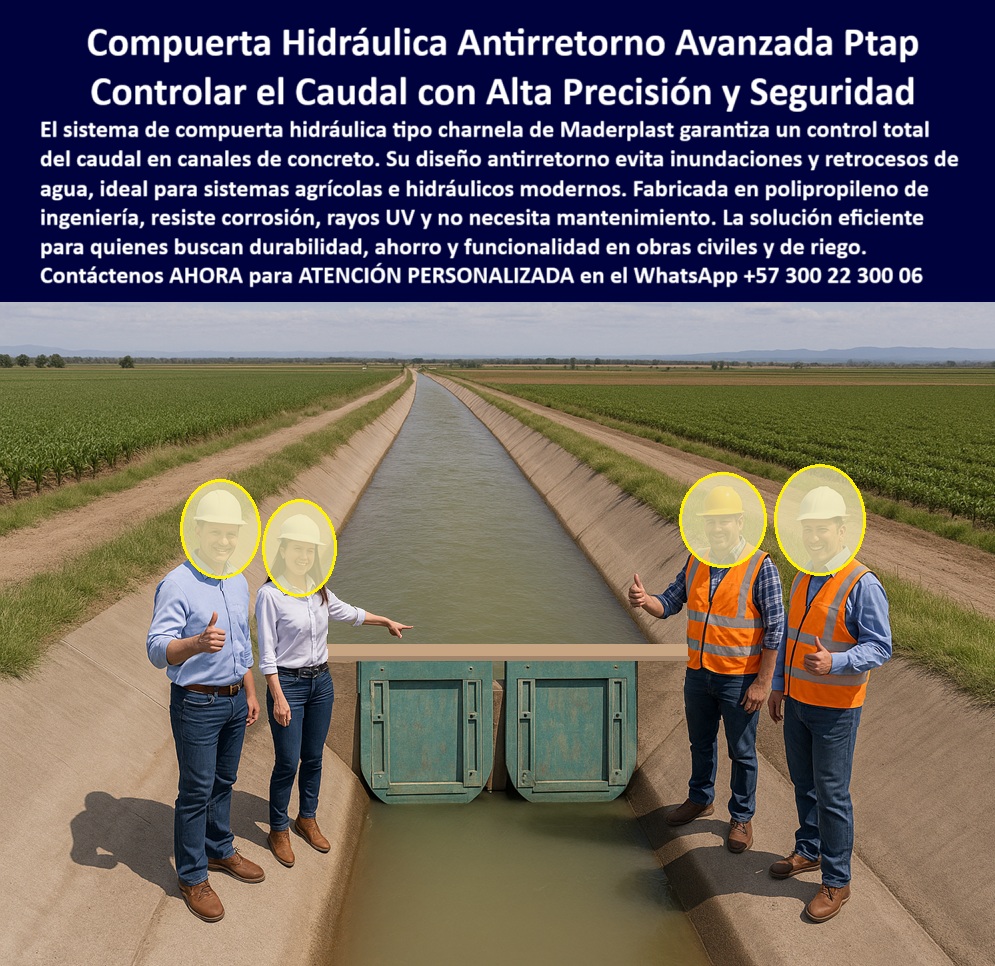 Válvulas Y Control Hidráulico Canales De Riego Compuertas Charnelas Maderplast 0 En la imagen se observa una compuerta plástica doble instalada en canal agrícola a cielo abierto, rodeado de cultivos perfectamente alineados y bajo inspección técnica por parte de un equipo de ingenieros y operarios con chalecos de seguridad. Esta es una charnela doble para canal agrícola, montada directamente sobre el concreto del canal principal, diseñada como una solución de control-de-caudal-en-riego de alta precisión y durabilidad. Su funcionamiento es automático, operando por presión hidráulica sin necesidad de energía ni sistemas externos, lo que la convierte en la opción más eficiente para sistema-hidráulico-agrícola de zonas rurales de alto desempeño. - ¿Qué compuerta sirve para los canales agrícolas? La respuesta está aquí: esta compuerta-para-canal-agrícola, desarrollada por Maderplast, es una válvula de tipo flap fabricada en polipropileno de alta resistencia, que garantiza cierre hermético sin mantenimiento. Esta válvula-antirretorno-para-riego es inmune a la corrosión, a los rayos UV, y opera sin fricción, incluso en condiciones exigentes. La compuerta hidráulica doble en canal de concreto permite detener el reflujo sin esfuerzos mecánicos, asegurando que el agua fluya en un solo sentido durante el riego por gravedad o en presiones variables. - ¿Cuál compuerta usar en canal de concreto? Esta válvula hidráulica para canales de concreto, con diseño simétrico y charnela reforzada, fue pensada para obras civiles de largo aliento y sistemas hidráulicos de control sin presión externa. Al no requerir partes metálicas, ni pintura, ni componentes eléctricos, su instalación es simple y rápida. Esta misma solución ha sido validada en múltiples regiones del país, respondiendo a lo que muchas entidades se preguntan: ¿qué es una charnela plástica hidráulica? Es una compuerta con bisagra estructural polimérica que responde únicamente al flujo del agua, cerrando en caso de retorno y liberando en sentido de operación normal. - ¿Qué válvula evita el retorno de agua? Esta válvula-de-retención-de-agua ha demostrado ser la mejor opción para canales de riego parcelado o grandes obras hidráulicas. Su diseño tipo compuerta de sello hermético en canal de riego minimizar fugas, maximiza el aprovechamiento del caudal y reduce significativamente las pérdidas por infiltración o retroceso. El sistema de compuerta sin mantenimiento rural como el de esta instalación puede ser inspeccionado fácilmente con drones, sin necesidad de intervención humana continua, lo que mejora la logística de los canales-de-riego-automatizado. - Esta es también una válvula plástica para canal de riego agrícola, ligera pero ultra resistente, capaz de trabajar con presión natural del canal sin requerir refuerzos metálicos. Su durabilidad se combina con economía operativa, lo que la convierte en la opción preferida para entidades de riego, municipios, alcaldías o consorcios de ingeniería. La compuerta plástica para canalización hidráulica que vemos en la imagen ha sido instalada con sello técnico, anclada a concreto y alineada perfectamente al flujo, cumpliendo todas las especificaciones del sistema de control hídrico por gravedad. - ¿Dónde consigo válvulas para riego por gravedad? En Maderplast, fabricante líder en válvulas antirretorno sobre canal de riego rural, con más de 25 años de experiencia en válvulas plásticas para riego, saneamiento e infraestructura agrícola. Este modelo específico es una charnela plástica para control de caudal, fabricada en serie con medidas estándar o personalizadas según el sistema hidráulico-de-riego requerido. - La compuerta-doble-para-canal que se aprecia en la imagen, instalada en una obra hidráulica-de-riego, es ejemplo de cómo una tecnología plástica puede superar en eficiencia, durabilidad y economía a sistemas metálicos tradicionales. La válvula plástica liviana y duradera, instalada aquí, permite ahorro de agua, evita intervención frecuente y simplifica la administración del recurso en campo abierto. Esta es también la mejor opción para quienes buscan una compuerta automática para riego por gravedad, sin errores, sin fugas, sin trabas. - ¿Qué válvula sirve para el flujo agrícola sin energía? Esta misma, la válvula sin energía para control de agua, es la solución que Maderplast ha perfeccionado. Ha sido implementada como tapa hidráulica para infraestructura rural, en miles de metros de canales, donde se requiere garantizar precisión y cero intervención operativa. - Contáctenos AHORA para ATENCIÓN PERSONALIZADA en el WhatsApp +57 300 22 300 06 y reciba acompañamiento profesional directo del equipo técnico de Maderplast. - Porque un sistema de riego eficiente comienza con una válvula precisa, sin óxido, sin fallas, sin mantenimiento. Maderplast es su socio confiable en cada metro de canal agrícola sistema de control de caudal, - qué es válvula antirretorno, - imágenes de charnelas plásticas, compuerta hidráulica para canal de concreto Ptar Válvulas Y Control Hidráulico Canales De Riego Compuertas Charnelas Maderplast 0 sistema de control de caudal qué es válvula antirretorno imágenes de charnelas plásticas compuerta hidráulica para canal de concreto Ptar 01 En la imagen se observa una compuerta plástica doble instalada en canal agrícola a cielo abierto, rodeado de cultivos perfectamente alineados y bajo inspección técnica por parte de un equipo de ingenieros y operarios con chalecos de seguridad. Esta es una charnela doble para canal agrícola, montada directamente sobre el concreto del canal principal, diseñada como una solución de control-de-caudal-en-riego de alta precisión y durabilidad. Su funcionamiento es automático, operando por presión hidráulica sin necesidad de energía ni sistemas externos, lo que la convierte en la opción más eficiente para sistema-hidráulico-agrícola de zonas rurales de alto desempeño. - ¿Qué compuerta sirve para los canales agrícolas? La respuesta está aquí: esta compuerta-para-canal-agrícola, desarrollada por Maderplast, es una válvula de tipo flap fabricada en polipropileno de alta resistencia, que garantiza cierre hermético sin mantenimiento. Esta válvula-antirretorno-para-riego es inmune a la corrosión, a los rayos UV, y opera sin fricción, incluso en condiciones exigentes. La compuerta hidráulica doble en canal de concreto permite detener el reflujo sin esfuerzos mecánicos, asegurando que el agua fluya en un solo sentido durante el riego por gravedad o en presiones variables. - ¿Cuál compuerta usar en canal de concreto? Esta válvula hidráulica para canales de concreto, con diseño simétrico y charnela reforzada, fue pensada para obras civiles de largo aliento y sistemas hidráulicos de control sin presión externa. Al no requerir partes metálicas, ni pintura, ni componentes eléctricos, su instalación es simple y rápida. Esta misma solución ha sido validada en múltiples regiones del país, respondiendo a lo que muchas entidades se preguntan: ¿qué es una charnela plástica hidráulica? Es una compuerta con bisagra estructural polimérica que responde únicamente al flujo del agua, cerrando en caso de retorno y liberando en sentido de operación normal. - ¿Qué válvula evita el retorno de agua? Esta válvula-de-retención-de-agua ha demostrado ser la mejor opción para canales de riego parcelado o grandes obras hidráulicas. Su diseño tipo compuerta de sello hermético en canal de riego minimizar fugas, maximiza el aprovechamiento del caudal y reduce significativamente las pérdidas por infiltración o retroceso. El sistema de compuerta sin mantenimiento rural como el de esta instalación puede ser inspeccionado fácilmente con drones, sin necesidad de intervención humana continua, lo que mejora la logística de los canales-de-riego-automatizado. - Esta es también una válvula plástica para canal de riego agrícola, ligera pero ultra resistente, capaz de trabajar con presión natural del canal sin requerir refuerzos metálicos. Su durabilidad se combina con economía operativa, lo que la convierte en la opción preferida para entidades de riego, municipios, alcaldías o consorcios de ingeniería. La compuerta plástica para canalización hidráulica que vemos en la imagen ha sido instalada con sello técnico, anclada a concreto y alineada perfectamente al flujo, cumpliendo todas las especificaciones del sistema de control hídrico por gravedad. - ¿Dónde consigo válvulas para riego por gravedad? En Maderplast, fabricante líder en válvulas antirretorno sobre canal de riego rural, con más de 25 años de experiencia en válvulas plásticas para riego, saneamiento e infraestructura agrícola. Este modelo específico es una charnela plástica para control de caudal, fabricada en serie con medidas estándar o personalizadas según el sistema hidráulico-de-riego requerido. - La compuerta-doble-para-canal que se aprecia en la imagen, instalada en una obra hidráulica-de-riego, es ejemplo de cómo una tecnología plástica puede superar en eficiencia, durabilidad y economía a sistemas metálicos tradicionales. La válvula plástica liviana y duradera, instalada aquí, permite ahorro de agua, evita intervención frecuente y simplifica la administración del recurso en campo abierto. Esta es también la mejor opción para quienes buscan una compuerta automática para riego por gravedad, sin errores, sin fugas, sin trabas. - ¿Qué válvula sirve para el flujo agrícola sin energía? Esta misma, la válvula sin energía para control de agua, es la solución que Maderplast ha perfeccionado. Ha sido implementada como tapa hidráulica para infraestructura rural, en miles de metros de canales, donde se requiere garantizar precisión y cero intervención operativa. - Contáctenos AHORA para ATENCIÓN PERSONALIZADA en el WhatsApp +57 300 22 300 06 y reciba acompañamiento profesional directo del equipo técnico de Maderplast. - Porque un sistema de riego eficiente comienza con una válvula precisa, sin óxido, sin fallas, sin mantenimiento. Maderplast es su socio confiable en cada metro de canal agrícola Válvulas Y Control Hidráulico Canales De Riego Compuertas Charnelas Maderplast 0 sistema de control de caudal, - qué es válvula antirretorno, - imágenes de charnelas plásticas, compuerta hidráulica para canal de concreto Ptar