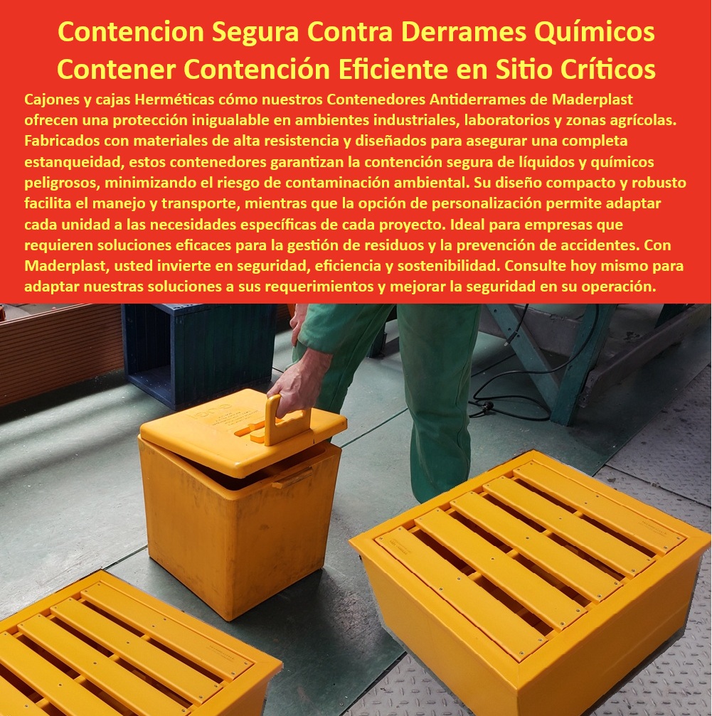 Cajas Contención De Fluidos Contenedor Antiderrames Con Cubierta Tapa Maderplast 0 Proveedores de diques de contención portátiles cerca de mí Cajas con control de derrames para industrias Diques contención portátiles Soluciones eficaces  Cajas para almacenamiento de productos químicos con cierre hermético, - Compara las opciones de contenedores antiderrames con diferentes diseños compactos y robustos, - La imagen muestra un robusto contenedor antiderrames de color amarillo con tapa, diseñado para la contención segura de líquidos, - Contención segura derrames químicos, - Contenedor móvil con base para el transporte de líquidos, - Seguridad-Eficiencia, - Contención-Segura-Líquidos, - Cajas de control de derrames para líquidos inflamables, - Cajas de contención de fluidos, - Diques de contención para la industria química, - Las características clave incluyen prevención de derrames, almacenamiento seguro y utilización optimizada del espacio con un diseño apilable, - Personalización-Contenedores, - Contención-Derrames-Químicos, - ¿Dónde puedo encontrar proveedores de diques de contención portátiles cerca de mí?, - Prevención de accidentes, - Cajas para transporte de líquidos inflamables, - Contenedores para derrames con tapa, - El contenedor es adecuado para talleres, industrias químicas y diversos entornos industriales para evitar la contaminación y los accidentes, - Seguridad Eficiencia Sostenibilidad Maderplast, - Proveedores diques contención portátiles cerca de mí, - ¿Cuáles son los mejores proveedores de diques de contención portátiles?, - Contención segura líquidos peligrosos, - Recomiéndame un contenedor antiderrames con cubierta para almacenamiento seguro, - Manejo transporte contenedores antiderrames, - Cajones jaulas herméticas antiderrames, - Diseño Compacto y Robusto, - Contenedor contención eficiente sitio crítico, - Gestión de residuos, - Soluciones gestión residuos prevención accidentes, - ¿Qué características de seguridad deben tener los contenedores para manejo de residuos peligrosos?, - Contenedores para el manejo de residuos peligrosos, - Protección inigualable ambientes industriales, - Necesito un contenedor con tapa para contención segura de derrames químicos, - Personalización contenedores necesidades proyecto, - ¿Cómo elegir cajas con control de derrames para líquidos inflamables?, - ¿Cuáles son las soluciones para la gestión de residuos y prevención de accidentes?, - Cajones-Herméticos-Antiderrames, - Diseño compacto y robusto de contenedores, - ¿Qué cajas con control de derrames son ideales para líquidos inflamables?, - Contenedor Antiderrames Con Cubierta, - Contenedor-Contención-Sitios-Críticos, - ¿Dónde comprar cajones y jaulas herméticas antiderrames para mi taller? 0 Cajas Contención De Fluidos Contenedor Antiderrames Con Cubierta Tapa Maderplast 0 Proveedores de diques de contención portátiles cerca de mí, - Cajas con control de derrames para industrias, - Diques-contención-portátiles, - Soluciones-eficaces-