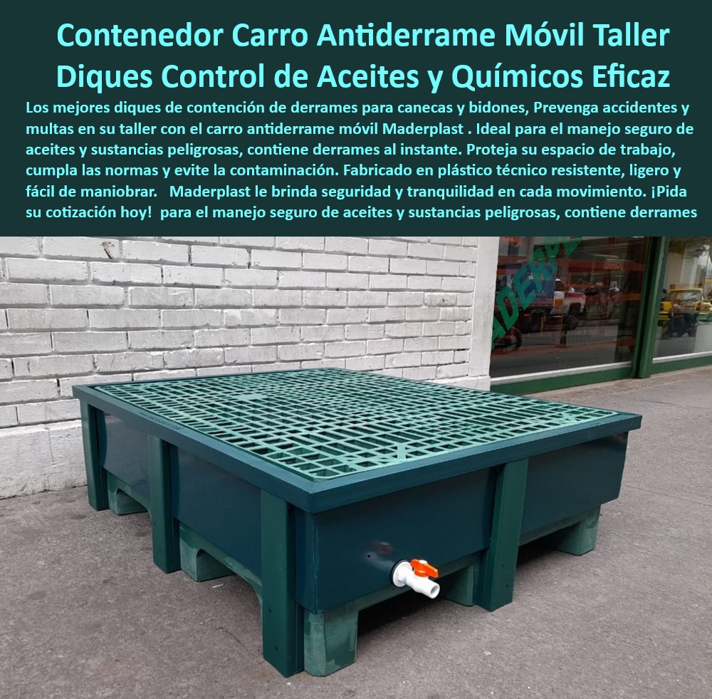 Contenedor Antiderrame Móvil Con Caja Retención Sustancias Químicas Maderplast 0 Cómo puedo prevenir derrames de aceites en mi taller Contención derrames industrial equipos contención industriales Manejo seguro sustancias tóxicas cajas Almacenamiento seguro de sustancias, - ¿Dónde puedo encontrar carros antiderrame móviles?, - ¿Qué contenedores son ideales para el almacenamiento de líquidos en talleres?, - Equipos de prevención de derrames, - Seguridad tranquilidad derrames movimientos, - Prevención accidentes multas más alto, - ¿Cuáles son los mejores equipos de contención para derrames industriales?, - Talleres químicos control diques, - Contenedor móvil de gran capacidad para taller, - Contenedores móviles antiderrames, - ¿Qué materiales son los más resistentes para contenedores antiderrames?, - Plástico resistente, - Carro antiderrame móvil taller, - Manejo seguro aceites sustancias, - Contenedores-Móviles, - Seguridad-Taller, - Contenedor Antiderrame Móvil, - Plástico técnico resistente contenedores, - ¿Cómo prevenir accidentes y multas en mi taller?, - Caja Retención Sustancias Químicas, - Cumplimiento normas seguridad derrames, - ¿Cómo implementar un sistema de prevención de derrames en mi taller?, - Almacenamiento-Líquidos-Taller, - Contenedores taller líquidos peligrosos, - ¿Quién vende carros anti derrame con diques para control de aceites?, - Carro móvil antiderrame con válvula, - Bandejas-Retención-Derrames, - Recomiéndame un carro antiderrame para el manejo de sustancias químicas, - Necesito bandejas de retención de derrames industriales, - Bandejas para reciclar sustancias químicas peligrosas, - Contenedor Antiderrame Móvil, - Ligero fácil maniobrar carro antiderrame, - Control-Aceites-Químicos, - Protección espacio trabajo derrames, - Contenedor de plástico con ruedas para talleres, - Contención derrames instantáneos, - Venta de bandejas de retención derrames industriales, - El contenedor es ideal para talleres y entornos industriales para evitar accidentes y contaminación, - Prevención de accidentes, - Diques control aceites y químicos, - Control de Diques, - Carro antiderrames móvil, - Las características clave incluyen la prevención de derrames, la movilidad y el cumplimiento de las normas de seguridad, - Sistema de contención de derrames para talleres, - Almacenamiento de líquidos en talleres, - La imagen muestra un contenedor antiderrames móvil diseñado para la manipulación y contención segura de aceites y productos químicos, - Compara las opciones de carros antiderrame para talleres, - Evitar contaminación mayores sustancias 0 Contenedor Antiderrame Móvil Con Caja Retención Sustancias Químicas Maderplast 0 ¿Cómo puedo prevenir derrames de aceites en mi taller, - Contención-derrames-industrial, - equipos-contención-industriales, - Manejo-seguro-sustancias-tóxicas cajas