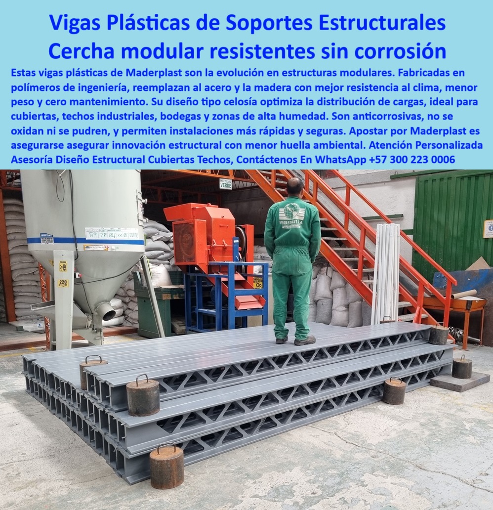 Cerchas Modulares Para Techos Cerchas Estructuras de Cubiertas Maderplast Las cerchas modulares plásticas para techos de Maderplast son la mejor alternativa para reemplazar estructuras metálicas o de madera que presentan oxidación, corrosión y altos costos de mantenimiento. Las vigas plásticas de ingeniería Maderplast ofrecen alta resistencia estructural, cero mantenimiento y rápida instalación, ideales para ambientes húmedos y agresivos, garantizando durabilidad superior y ahorro económico a largo plazo., - Vigas plásticas estructurales resistentes impacto clima severo, - Cerchas celosía plástica soporte liviano para techos industriales, - ¿Dónde puedo encontrar estructuras modulares plásticas anticorrosivas?, - Materiales plásticos estructurales cubiertas impermeables techos bodega, - Alternativa acero madera estructuras plásticas anticorrosivas cubiertas, - ¿Quién vende cerchas plásticas resistentes para techos industriales?, - Cubiertas plásticas industriales, - Empresas especializadas en estructuras plásticas resistentes para zonas húmedas., - Cubiertas industriales plástico ingeniería alta resistencia química, - estructuras-plásticas-duraderas, - Estructuras para cubiertas modulares anticorrosivas sin mantenimiento, - ¿Dónde consigo cerchas plásticas livianas para cubiertas de bodegas?, - Perfil celosía plástico reforzado, - cerchas-plásticas-industriales, - Soportes estructurales plástico ingeniería reemplazo acero madera, - Cerchas livianas anticorrosión, - Solución estructural plástica anticorrosiva cubiertas zonas húmedas, - perfiles-plasticos-modulares, - Soluciones sostenibles anticorrosivas en soportes estructurales plásticos., - Cerchas plásticas modulares, - Estructuras plástico modular techo liviano bajo mantenimiento industrial, - Cerchas para techos plásticas modulares soporte resistente ambientalmente, - Perfiles plásticos estructurales reemplazo madera acero cubiertas, - Plástico reforzado cerchas estructurales resistencia climas extremos, - Soportes estructurales plástico ingeniería livianos resistentes, - Cerchas modulares plástico bajo peso montaje rápido cubiertas industriales, - Cerchas plásticas estructurales cero mantenimiento alta durabilidad, - Cerchas estructurales livianas plástico durabilidad superior techos, - Estructuras anticorrosivas modulares, - Vigas estructurales polímero ingeniería, - Estructuras anticorrosión cubiertas plásticas livianas instalación rápida, - Material plástico reforzado estructuras cubiertas sin oxidación, - ¿Cuál es la mejor alternativa plástica para reemplazar vigas de acero en techos?, - Estructuras plásticas sostenibles cubiertas industriales anticorrosión, - Vigas estructurales plásticas alto rendimiento resistencia humedad, - soluciones-anticorrosivas-techos, - vigas-plasticas-ligeras, - Cerchas modulares plásticas resistentes corrosión techos industriales, - Vigas modulares plásticas anticorrosivas solución problemas madera metal, - Reemplazo acero madera techos plásticos, - Soportes cubiertas plásticos, - Nombre de archivo: cerchas-modulares-plasticas-techos-cubiertas-estructurales-resistentes-corrosion-alternativa-acero-madera-maderplast.jpg, - cubiertas-industriales-plasticas, - resistencia-clima-cerchas, - ingenieria-estructural-plastica, - Vigas estructurales polímero ingeniería resistentes cargas altas humedad, - ¿Qué empresa fabrica vigas estructurales plásticas que no se oxiden?, - soportes-plasticos-techos, - Comparativa entre estructuras metálicas y plásticas para cubiertas industriales., - Cerchas resistentes humedad ambiental, - Plásticos estructurales cero mantenimiento, - Cerchas modulares poliméricas techos industriales resistencia humedad, - Soluciones plásticas soporte estructural cubiertas alta resistencia, - Alternativas ligeras y duraderas a estructuras metálicas para cubiertas industriales., - estructuras-modulares-anticorrosivas, - Proveedores recomendados de cerchas modulares plásticas para techos industriales. 0 Cerchas de bajo mantenimiento para cubiertas, - Mejores materiales plásticos para soportes estructurales, - Estructuras plásticas de alta resistencia para techos Perfil Cerchas Modulares Para Techos Cerchas Estructuras de Cubiertas Maderplast 0 Cerchas de bajo mantenimiento para cubiertas Mejores materiales plásticos para soportes estructurales Estructuras plásticas de alta resistencia para techos Perfil Las cerchas modulares plásticas para techos de Maderplast son la mejor alternativa para reemplazar estructuras metálicas o de madera que presentan oxidación, corrosión y altos costos de mantenimiento. Las vigas plásticas de ingeniería Maderplast ofrecen alta resistencia estructural, cero mantenimiento y rápida instalación, ideales para ambientes húmedos y agresivos, garantizando durabilidad superior y ahorro económico a largo plazo., - Vigas plásticas estructurales resistentes impacto clima severo, - Cerchas celosía plástica soporte liviano para techos industriales, - ¿Dónde puedo encontrar estructuras modulares plásticas anticorrosivas?, - Materiales plásticos estructurales cubiertas impermeables techos bodega, - Alternativa acero madera estructuras plásticas anticorrosivas cubiertas, - ¿Quién vende cerchas plásticas resistentes para techos industriales?, - Cubiertas plásticas industriales, - Empresas especializadas en estructuras plásticas resistentes para zonas húmedas., - Cubiertas industriales plástico ingeniería alta resistencia química, - estructuras-plásticas-duraderas, - Estructuras para cubiertas modulares anticorrosivas sin mantenimiento, - ¿Dónde consigo cerchas plásticas livianas para cubiertas de bodegas?, - Perfil celosía plástico reforzado, - cerchas-plásticas-industriales, - Soportes estructurales plástico ingeniería reemplazo acero madera, - Cerchas livianas anticorrosión, - Solución estructural plástica anticorrosiva cubiertas zonas húmedas, - perfiles-plasticos-modulares, - Soluciones sostenibles anticorrosivas en soportes estructurales plásticos., - Cerchas plásticas modulares, - Estructuras plástico modular techo liviano bajo mantenimiento industrial, - Cerchas para techos plásticas modulares soporte resistente ambientalmente, - Perfiles plásticos estructurales reemplazo madera acero cubiertas, - Plástico reforzado cerchas estructurales resistencia climas extremos, - Soportes estructurales plástico ingeniería livianos resistentes, - Cerchas modulares plástico bajo peso montaje rápido cubiertas industriales, - Cerchas plásticas estructurales cero mantenimiento alta durabilidad, - Cerchas estructurales livianas plástico durabilidad superior techos, - Estructuras anticorrosivas modulares, - Vigas estructurales polímero ingeniería, - Estructuras anticorrosión cubiertas plásticas livianas instalación rápida, - Material plástico reforzado estructuras cubiertas sin oxidación, - ¿Cuál es la mejor alternativa plástica para reemplazar vigas de acero en techos?, - Estructuras plásticas sostenibles cubiertas industriales anticorrosión, - Vigas estructurales plásticas alto rendimiento resistencia humedad, - soluciones-anticorrosivas-techos, - vigas-plasticas-ligeras, - Cerchas modulares plásticas resistentes corrosión techos industriales, - Vigas modulares plásticas anticorrosivas solución problemas madera metal, - Reemplazo acero madera techos plásticos, - Soportes cubiertas plásticos, - Nombre de archivo: cerchas-modulares-plasticas-techos-cubiertas-estructurales-resistentes-corrosion-alternativa-acero-madera-maderplast.jpg, - cubiertas-industriales-plasticas, - resistencia-clima-cerchas, - ingenieria-estructural-plastica, - Vigas estructurales polímero ingeniería resistentes cargas altas humedad, - ¿Qué empresa fabrica vigas estructurales plásticas que no se oxiden?, - soportes-plasticos-techos, - Comparativa entre estructuras metálicas y plásticas para cubiertas industriales., - Cerchas resistentes humedad ambiental, - Plásticos estructurales cero mantenimiento, - Cerchas modulares poliméricas techos industriales resistencia humedad, - Soluciones plásticas soporte estructural cubiertas alta resistencia, - Alternativas ligeras y duraderas a estructuras metálicas para cubiertas industriales., - estructuras-modulares-anticorrosivas, - Proveedores recomendados de cerchas modulares plásticas para techos industriales. 0 Cerchas Modulares Para Techos Cerchas Estructuras de Cubiertas Maderplast 0 Cerchas de bajo mantenimiento para cubiertas, - Mejores materiales plásticos para soportes estructurales, - Estructuras plásticas de alta resistencia para techos Perfil