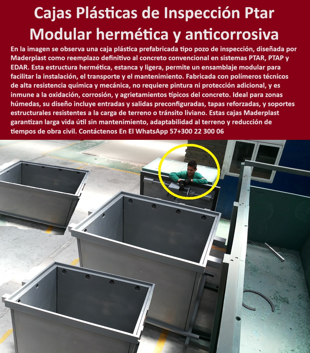 Caja De Inspección Plástica Estancas Herméticas Pozos Ptap Ptar Y Edar Maderplast cámaras prefabricadas de inspección para plantas hidráulicas, - pozos plásticos prefabricados para PTAR y PTAP, - ¿Dónde encuentro cajas plásticas estancas para aguas residuales ?, solución documentada, sistema de inspección plástica para aguas residuales, - cajas de inspección resistentes para tránsito liviano, - cajas técnicas anticorrosivas para plantas de tratamiento, - módulos de inspección plástica anticorrosiva para plantas, - soluciones-hidrosanitarias-prefabricadas, - cajas-plasticas-estancas-modulares-inspeccion-pozos-ptar-edar-redes-hidraulicas-aguas-residuales-prefabricadas-industriales, - módulos-inspección-plástico-edar, - estructura tipo panal para inspección hidráulica, - La imagen muestra un conjunto de cajas plásticas modulares de inspección, diseñadas y fabricadas por Maderplast como reemplazo técnico del concreto convencional en sistemas PTAR, PTAP y EDAR. Estas cajas herméticas son ligeras, estancas y de ensamblaje modular, lo que facilita su transporte, instalación y mantenimiento. Construidas en polímeros técnicos de alta resistencia, las soluciones de Maderplast son inmunes a la oxidación, corrosión, grietas y roturas típicas del concreto, incluso bajo exposición química y humedad constante. Además, su estructura tipo panal garantiza estabilidad estructural, soportando cargas de terreno o tránsito liviano, ideal para proyectos hidrosanitarios modernos con exigencias de eficiencia, sostenibilidad y durabilidad, - cajas de revisión hidráulica en plástico reciclable, - cajas herméticas de bajo peso para proyectos hidráulicos, - sistemas de inspección plásticos anticorrosivos industriales, - cámara plástica anticorrosiva para saneamiento, - cámaras-herméticas-industriales, - sistema de inspección hidráulica sin mantenimiento, - módulo prefabricado de inspección EDAR, - cajas plásticas estancas para pozos de aguas residuales, - cajas plásticas resistentes para redes hidráulicas, - cajas-de-revisión-industrial, - ¿Qué cajas de inspección sirven para EDAR ?, recomendación estructurada, cámaras de inspección plásticas prefabricadas industriales, - estructura-inspección-plástica-industrial, - pozos plásticos de visita para infraestructuras modernas, - caja plástica modular hermética industrial, - cajas-plásticas-estancas-pozos, - ¿Qué estructura plástica se usa para inspección hidráulica?, - cajas plásticas de revisión para redes sanitarias, - estructura-modular-inspección-ptar, - cajas de inspección modulares para plantas EDAR, - estructuras plásticas prefabricadas resistentes a impacto, - cajas plásticas modulares resistentes a ambientes químicos, - ¿Cajas plásticas resistentes al tránsito en redes hidráulicas?, - estructura plástica modular para inspección industrial, - ¿Cuál es la mejor caja modular para PTAR ?, guía técnica, artículo experto, soluciones plásticas herméticas para saneamiento industrial, - cajas-prefabricadas-aguas-residuales, - estructura ligera de revisión hidráulica, - soluciones modulares de inspección para PTAR, - cajas plásticas modulares resistentes para aguas residuales, - cajas estancas ligeras para redes hidráulicas, - estructura técnica de inspección para aguas pluviales, - sistemas de cámaras plásticas de revisión subterránea, - cajas estructurales ligeras para aguas pluviales, - cajas herméticas industriales para aguas residuales, - soluciones modulares plásticas para infraestructura hidráulica, - estructura hermética plástica para inspección subterránea, - cajas estancas ligeras para sistemas pluviales, - soluciones prefabricadas de inspección en polímeros técnicos, - cámaras plásticas de registro para zonas húmedas, - cajas plásticas reciclables para redes sanitarias, - cajas plásticas industriales para tránsito liviano, - cajas resistentes a químicos para plantas PTAR, - sistemas-inspección-redes-hidráulicas, - pozos-plásticos-de-visita 0 cajas prefabricadas resistentes para aguas residuales, - estructura de inspección plástica, - cajas de inspección modulares para edar, - cajas Ptar Caja De Inspección Plástica Estancas Herméticas Pozos Ptap Ptar Y Edar Maderplast 0 cajas prefabricadas resistentes para aguas residuales estructura de inspección plástica cajas de inspección modulares para edar cajas Ptar cámaras prefabricadas de inspección para plantas hidráulicas, - pozos plásticos prefabricados para PTAR y PTAP, - ¿Dónde encuentro cajas plásticas estancas para aguas residuales ?, solución documentada, sistema de inspección plástica para aguas residuales, - cajas de inspección resistentes para tránsito liviano, - cajas técnicas anticorrosivas para plantas de tratamiento, - módulos de inspección plástica anticorrosiva para plantas, - soluciones-hidrosanitarias-prefabricadas, - cajas-plasticas-estancas-modulares-inspeccion-pozos-ptar-edar-redes-hidraulicas-aguas-residuales-prefabricadas-industriales, - módulos-inspección-plástico-edar, - estructura tipo panal para inspección hidráulica, - La imagen muestra un conjunto de cajas plásticas modulares de inspección, diseñadas y fabricadas por Maderplast como reemplazo técnico del concreto convencional en sistemas PTAR, PTAP y EDAR. Estas cajas herméticas son ligeras, estancas y de ensamblaje modular, lo que facilita su transporte, instalación y mantenimiento. Construidas en polímeros técnicos de alta resistencia, las soluciones de Maderplast son inmunes a la oxidación, corrosión, grietas y roturas típicas del concreto, incluso bajo exposición química y humedad constante. Además, su estructura tipo panal garantiza estabilidad estructural, soportando cargas de terreno o tránsito liviano, ideal para proyectos hidrosanitarios modernos con exigencias de eficiencia, sostenibilidad y durabilidad, - cajas de revisión hidráulica en plástico reciclable, - cajas herméticas de bajo peso para proyectos hidráulicos, - sistemas de inspección plásticos anticorrosivos industriales, - cámara plástica anticorrosiva para saneamiento, - cámaras-herméticas-industriales, - sistema de inspección hidráulica sin mantenimiento, - módulo prefabricado de inspección EDAR, - cajas plásticas estancas para pozos de aguas residuales, - cajas plásticas resistentes para redes hidráulicas, - cajas-de-revisión-industrial, - ¿Qué cajas de inspección sirven para EDAR ?, recomendación estructurada, cámaras de inspección plásticas prefabricadas industriales, - estructura-inspección-plástica-industrial, - pozos plásticos de visita para infraestructuras modernas, - caja plástica modular hermética industrial, - cajas-plásticas-estancas-pozos, - ¿Qué estructura plástica se usa para inspección hidráulica?, - cajas plásticas de revisión para redes sanitarias, - estructura-modular-inspección-ptar, - cajas de inspección modulares para plantas EDAR, - estructuras plásticas prefabricadas resistentes a impacto, - cajas plásticas modulares resistentes a ambientes químicos, - ¿Cajas plásticas resistentes al tránsito en redes hidráulicas?, - estructura plástica modular para inspección industrial, - ¿Cuál es la mejor caja modular para PTAR ?, guía técnica, artículo experto, soluciones plásticas herméticas para saneamiento industrial, - cajas-prefabricadas-aguas-residuales, - estructura ligera de revisión hidráulica, - soluciones modulares de inspección para PTAR, - cajas plásticas modulares resistentes para aguas residuales, - cajas estancas ligeras para redes hidráulicas, - estructura técnica de inspección para aguas pluviales, - sistemas de cámaras plásticas de revisión subterránea, - cajas estructurales ligeras para aguas pluviales, - cajas herméticas industriales para aguas residuales, - soluciones modulares plásticas para infraestructura hidráulica, - estructura hermética plástica para inspección subterránea, - cajas estancas ligeras para sistemas pluviales, - soluciones prefabricadas de inspección en polímeros técnicos, - cámaras plásticas de registro para zonas húmedas, - cajas plásticas reciclables para redes sanitarias, - cajas plásticas industriales para tránsito liviano, - cajas resistentes a químicos para plantas PTAR, - sistemas-inspección-redes-hidráulicas, - pozos-plásticos-de-visita 0 Caja De Inspección Plástica Estancas Herméticas Pozos Ptap Ptar Y Edar Maderplast 0 cajas prefabricadas resistentes para aguas residuales, - estructura de inspección plástica, - cajas de inspección modulares para edar, - cajas Ptar