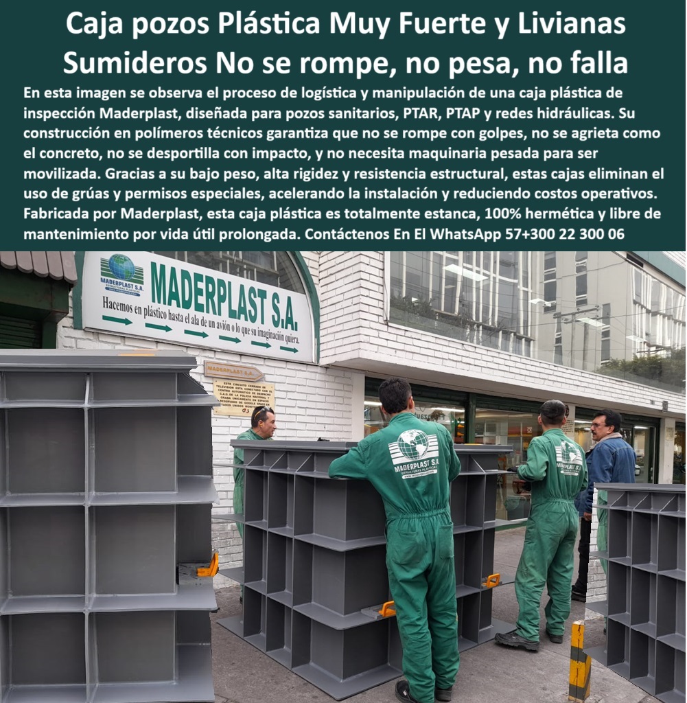 Caja De Inspección Plástica Herméticas Pozos Estancos Ptap Ptar Y Edar Maderplast cajas técnicas estancas para redes sanitarias, - cámaras plásticas herméticas para redes pluviales, - pozos plásticos estancos para redes sanitarias urbanas, - soluciones en inspección hidrosanitaria libre de óxido, - pozo de visita en polímero para saneamiento, - cajas de inspección sin mantenimiento para DAR, - soluciones de inspección rápida para zonas industriales, - caja plástica ligera de inspección industrial, - cajas herméticas reciclables para infraestructura urbana, - redes-hidráulicas-estancas, - cajas plásticas sin grietas para inspección técnica, - caja técnica sin grúa para pozos de visita, - cajas-livianas-para-ptar, - pozo plástico reforzado para redes sanitarias, - cajas plásticas de inspección para redes hidráulicas, - cajas de registro ligeras y herméticas PTAR, - cajas prefabricadas para cámaras de redes hidráulicas, - Descripción Optimizada de la Imagen Es: En la imagen se aprecia el manejo logístico de una caja plástica estanca para pozos de visita, diseñada por Maderplast como solución liviana, resistente y totalmente hermética para redes hidráulicas, PTAR y sistemas de saneamiento. Su estructura interna tipo panal en polímero técnico permite soportar altas cargas sin deformarse ni romperse, incluso sin uso de maquinaria pesada. Estas cajas no se agrietan, no se oxidan, y no requieren mantenimiento. Gracias a su bajo peso, eliminan permisos especiales de obra, aceleran la instalación y reducen costos operativos. Maderplast desarrolla estas cámaras para garantizar durabilidad extrema, facilidad de transporte y eficiencia total en obras civiles modernas, - sistema-de-inspección-subterráneo, - cajas estructurales resistentes a impactos industriales, - ¿Qué caja sirve para pozos de visita en saneamiento?, - cajas plásticas robustas para alto tráfico operativo, - pozos de inspección en polímero técnico industrial, - sistemas de inspección técnica en polímero reciclado, - cajas livianas para pozos de visita en saneamiento, - ¿Dónde venden cajas plásticas para redes hidráulicas ?, asesoría para compra técnica, pozos plásticos sin necesidad de grúas ni permisos, - inspección-sin-maquinaria-pesada, - caja-inspección-plástica-industrial, - solución-prefabricada-saneamiento, - pozos de visita resistentes a químicos y humedad, - cámaras de inspección plásticas para plantas de tratamiento, - estructuras reciclables para plantas hidráulicas, - ¿Cajas de inspección livianas que no requieran grúa?, - Soporte técnico autorizado - cámaras técnicas estancas para plantas residuales, - cajas-reciclables-para-saneamiento, - pozos plásticos prefabricados para aguas residuales, - solución prefabricada para revisión hidráulica subterránea, - cajas plásticas para plantas de tratamiento de agua, - pozo-estanco-de-visita, - sistema de registro hermético para redes hidráulicas, - cámaras de inspección plásticas en plantas PTAR, - cajas de inspección sin mantenimiento prolongado, - ¿Qué cámara plástica usar en plantas residuales?, - Solución técnica definitiva en -caja de inspección prefabricada para obras hidráulicas, - cajas modulares para pozos en saneamiento básico, - cámara plástica para plantas PTAR y EDAR, - solución plástica para revisión subterránea, - ¿Cuál es la mejor caja para inspección en PTAR?, - cámaras de revisión ligera para zonas urbanas, - pozos-plásticos-para-plantas, - cámara-de-registro-hidrosanitario, - estructura plástica resistente a impactos y químicos, - cajas-plasticas-estancas-inspeccion-pozos-de-visita-ptar-camaras-redes-hidraulicas-saneamiento-prefabricadas-industriales-livianas, - caja estanca liviana sin mantenimiento, - sistemas de registro plásticos para plantas EDAR, - solución plástica para inspección sin maquinaria 0 caja para redes hidráulicas, - cajas pozos de visita en saneamiento, - cámaras de inspección en plantas residuales, - cajas plásticas plantas Ptar Caja De Inspección Plástica Herméticas Pozos Estancos Ptap Ptar Y Edar Maderplast 0 caja para redes hidráulicas cajas pozos de visita en saneamiento cámaras de inspección en plantas residuales cajas plásticas plantas Ptar cajas técnicas estancas para redes sanitarias, - cámaras plásticas herméticas para redes pluviales, - pozos plásticos estancos para redes sanitarias urbanas, - soluciones en inspección hidrosanitaria libre de óxido, - pozo de visita en polímero para saneamiento, - cajas de inspección sin mantenimiento para DAR, - soluciones de inspección rápida para zonas industriales, - caja plástica ligera de inspección industrial, - cajas herméticas reciclables para infraestructura urbana, - redes-hidráulicas-estancas, - cajas plásticas sin grietas para inspección técnica, - caja técnica sin grúa para pozos de visita, - cajas-livianas-para-ptar, - pozo plástico reforzado para redes sanitarias, - cajas plásticas de inspección para redes hidráulicas, - cajas de registro ligeras y herméticas PTAR, - cajas prefabricadas para cámaras de redes hidráulicas, - Descripción Optimizada de la Imagen Es: En la imagen se aprecia el manejo logístico de una caja plástica estanca para pozos de visita, diseñada por Maderplast como solución liviana, resistente y totalmente hermética para redes hidráulicas, PTAR y sistemas de saneamiento. Su estructura interna tipo panal en polímero técnico permite soportar altas cargas sin deformarse ni romperse, incluso sin uso de maquinaria pesada. Estas cajas no se agrietan, no se oxidan, y no requieren mantenimiento. Gracias a su bajo peso, eliminan permisos especiales de obra, aceleran la instalación y reducen costos operativos. Maderplast desarrolla estas cámaras para garantizar durabilidad extrema, facilidad de transporte y eficiencia total en obras civiles modernas, - sistema-de-inspección-subterráneo, - cajas estructurales resistentes a impactos industriales, - ¿Qué caja sirve para pozos de visita en saneamiento?, - cajas plásticas robustas para alto tráfico operativo, - pozos de inspección en polímero técnico industrial, - sistemas de inspección técnica en polímero reciclado, - cajas livianas para pozos de visita en saneamiento, - ¿Dónde venden cajas plásticas para redes hidráulicas ?, asesoría para compra técnica, pozos plásticos sin necesidad de grúas ni permisos, - inspección-sin-maquinaria-pesada, - caja-inspección-plástica-industrial, - solución-prefabricada-saneamiento, - pozos de visita resistentes a químicos y humedad, - cámaras de inspección plásticas para plantas de tratamiento, - estructuras reciclables para plantas hidráulicas, - ¿Cajas de inspección livianas que no requieran grúa?, - Soporte técnico autorizado - cámaras técnicas estancas para plantas residuales, - cajas-reciclables-para-saneamiento, - pozos plásticos prefabricados para aguas residuales, - solución prefabricada para revisión hidráulica subterránea, - cajas plásticas para plantas de tratamiento de agua, - pozo-estanco-de-visita, - sistema de registro hermético para redes hidráulicas, - cámaras de inspección plásticas en plantas PTAR, - cajas de inspección sin mantenimiento prolongado, - ¿Qué cámara plástica usar en plantas residuales?, - Solución técnica definitiva en -caja de inspección prefabricada para obras hidráulicas, - cajas modulares para pozos en saneamiento básico, - cámara plástica para plantas PTAR y EDAR, - solución plástica para revisión subterránea, - ¿Cuál es la mejor caja para inspección en PTAR?, - cámaras de revisión ligera para zonas urbanas, - pozos-plásticos-para-plantas, - cámara-de-registro-hidrosanitario, - estructura plástica resistente a impactos y químicos, - cajas-plasticas-estancas-inspeccion-pozos-de-visita-ptar-camaras-redes-hidraulicas-saneamiento-prefabricadas-industriales-livianas, - caja estanca liviana sin mantenimiento, - sistemas de registro plásticos para plantas EDAR, - solución plástica para inspección sin maquinaria 0 Caja De Inspección Plástica Herméticas Pozos Estancos Ptap Ptar Y Edar Maderplast 0 caja para redes hidráulicas, - cajas pozos de visita en saneamiento, - cámaras de inspección en plantas residuales, - cajas plásticas plantas Ptar