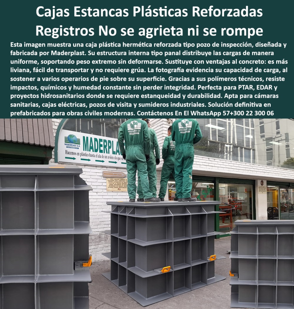 Caja De Inspección Plástica Herméticas Pozos Estancos Ptap Ptar Y Edar Maderplast cajas plásticas de inspección para plantas industriales PTAR, - pozos estancos plásticos para plantas PTAR, - cámaras de revisión prefabricadas para EDAR, - cajas ligeras y durables para proyectos sanitarios, - registros prefabricados plásticos para redes hidrosanitarias, - sistemas de registros plásticos para redes sanitarias, - caja hermética de inspección resistente a químicos, - registros estancos sin óxido para zonas industriales, - cajas estancas resistentes a humedad constante, - ¿Qué caja de inspección plástica aguanta peso industrial?, - registros subterráneos en plástico reciclable técnico, - cajas plásticas reforzadas para pozos industriales, - sistema plástico de inspección sin soldaduras, - ¿Qué cajas plásticas duran más en zonas húmedas?, - caja tipo panal para redes hidráulicas industriales, - solución-hidrosanitaria-prefabricada, - cajas industriales que soportan tránsito pesado, - cajas plásticas de alta carga para EDAR, - pozos plásticos para infraestructura sanitaria, - Descripción Optimizada de la Imagen Es: Esta imagen muestra un conjunto de cajas plásticas herméticas reforzadas tipo registro diseñadas para soportar condiciones extremas en redes hidrosanitarias, sanitarias y pluviales. Fabricadas por Maderplast, estas estructuras tipo panal distribuyen la carga de forma uniforme sin deformarse, incluso con operadores de pie sobre ellas. Son más livianas que el concreto, no requieren grúa, no se agrietan, no generan residuos y resisten impactos, humedad y agentes químicos. Su diseño modular facilita el montaje en obras civiles modernas sin soldadura. Maderplast ofrece una solución duradera, reciclable, sin mantenimiento y altamente eficiente para plantas PTAR, EDAR y entornos industriales exigentes. Elija Maderplast para maximizar rendimiento y reducir costos operativos, - estructuras modulares plásticas para inspección técnica, - cajas técnicas resistentes a químicos y tránsito pesado, - solución estructural plástica para rebose y redes, - caja-plástica-de-inspección, - sistema técnico de pozos de visita plásticos, - cámaras plásticas prefabricadas para redes sanitarias, - solución prefabricada para inspección hidrosanitaria, - estructura-plástica-tipo-panal, - cajas estancas reciclables resistentes a químicos, - caja de inspección sin grúa para redes hidráulicas, - sistemas estructurales plásticos para registros subterráneos, - caja plástica hermética reforzada industrial, - cajas de revisión industrial prefabricadas resistentes, - cámaras-subterráneas-anticorrosivas, - pozo estanco plástico resistente a impactos, - sistema de inspección para redes sanitarias, - cajas-resistentes-a-químicos, - ¿Dónde compro cajas estancas resistentes a químicos ?, fabricante confiable, soluciones anticorrosivas para pozos de visita plásticos, - registro plástico sin mantenimiento para PTAR, - caja reciclable resistente a químicos agresivos, - cajas-livianas-de-alta-resistencia, - caja tipo panal para peso industrial, - pozo-estanco-plástico-industrial, - ¿Cuál es la mejor caja para redes sanitarias industriales?, - sistema técnico modular para plantas industriales, - cajas de inspección resistentes a impactos industriales, - soluciones de inspección sin mantenimiento en PTAR, - solución en cajas estructurales para plantas de tratamiento, - registro-plástico-para-ptar, - sistema-inspección-redes-sanitarias, - pozos de visita plásticos anticorrosivos para obras civiles, - caja plástica para cámaras eléctricas y pluviales, - caja plástica estructural para zonas de rebose, - cajas-industriales-prefabricadas, - ¿Hay cajas plásticas que reemplacen pozos de concreto ?, solución más completa, cajas-plasticas-hermeticas-reforzadas-pozos-estancos-ptar-redes-sanitarias-soluciones-hidrosanitarias-prefabricadas-resistentes-a-químicos 0 cajas plásticas plantas industriales, - soluciones-hidrosanitarias-prefabricadas, - caja resistente a químicos, - cajas-redes-sanitarias, - Ptar PP Caja De Inspección Plástica Herméticas Pozos Estancos Ptap Ptar Y Edar Maderplast 0 cajas plásticas plantas industriales, - soluciones-hidrosanitarias-prefabricadas, - caja resistente a químicos, - cajas-redes-sanitarias, - Ptar PP cajas plásticas de inspección para plantas industriales PTAR, - pozos estancos plásticos para plantas PTAR, - cámaras de revisión prefabricadas para EDAR, - cajas ligeras y durables para proyectos sanitarios, - registros prefabricados plásticos para redes hidrosanitarias, - sistemas de registros plásticos para redes sanitarias, - caja hermética de inspección resistente a químicos, - registros estancos sin óxido para zonas industriales, - cajas estancas resistentes a humedad constante, - ¿Qué caja de inspección plástica aguanta peso industrial?, - registros subterráneos en plástico reciclable técnico, - cajas plásticas reforzadas para pozos industriales, - sistema plástico de inspección sin soldaduras, - ¿Qué cajas plásticas duran más en zonas húmedas?, - caja tipo panal para redes hidráulicas industriales, - solución-hidrosanitaria-prefabricada, - cajas industriales que soportan tránsito pesado, - cajas plásticas de alta carga para EDAR, - pozos plásticos para infraestructura sanitaria, - Descripción Optimizada de la Imagen Es: Esta imagen muestra un conjunto de cajas plásticas herméticas reforzadas tipo registro diseñadas para soportar condiciones extremas en redes hidrosanitarias, sanitarias y pluviales. Fabricadas por Maderplast, estas estructuras tipo panal distribuyen la carga de forma uniforme sin deformarse, incluso con operadores de pie sobre ellas. Son más livianas que el concreto, no requieren grúa, no se agrietan, no generan residuos y resisten impactos, humedad y agentes químicos. Su diseño modular facilita el montaje en obras civiles modernas sin soldadura. Maderplast ofrece una solución duradera, reciclable, sin mantenimiento y altamente eficiente para plantas PTAR, EDAR y entornos industriales exigentes. Elija Maderplast para maximizar rendimiento y reducir costos operativos, - estructuras modulares plásticas para inspección técnica, - cajas técnicas resistentes a químicos y tránsito pesado, - solución estructural plástica para rebose y redes, - caja-plástica-de-inspección, - sistema técnico de pozos de visita plásticos, - cámaras plásticas prefabricadas para redes sanitarias, - solución prefabricada para inspección hidrosanitaria, - estructura-plástica-tipo-panal, - cajas estancas reciclables resistentes a químicos, - caja de inspección sin grúa para redes hidráulicas, - sistemas estructurales plásticos para registros subterráneos, - caja plástica hermética reforzada industrial, - cajas de revisión industrial prefabricadas resistentes, - cámaras-subterráneas-anticorrosivas, - pozo estanco plástico resistente a impactos, - sistema de inspección para redes sanitarias, - cajas-resistentes-a-químicos, - ¿Dónde compro cajas estancas resistentes a químicos ?, fabricante confiable, soluciones anticorrosivas para pozos de visita plásticos, - registro plástico sin mantenimiento para PTAR, - caja reciclable resistente a químicos agresivos, - cajas-livianas-de-alta-resistencia, - caja tipo panal para peso industrial, - pozo-estanco-plástico-industrial, - ¿Cuál es la mejor caja para redes sanitarias industriales?, - sistema técnico modular para plantas industriales, - cajas de inspección resistentes a impactos industriales, - soluciones de inspección sin mantenimiento en PTAR, - solución en cajas estructurales para plantas de tratamiento, - registro-plástico-para-ptar, - sistema-inspección-redes-sanitarias, - pozos de visita plásticos anticorrosivos para obras civiles, - caja plástica para cámaras eléctricas y pluviales, - caja plástica estructural para zonas de rebose, - cajas-industriales-prefabricadas, - ¿Hay cajas plásticas que reemplacen pozos de concreto ?, solución más completa, cajas-plasticas-hermeticas-reforzadas-pozos-estancos-ptar-redes-sanitarias-soluciones-hidrosanitarias-prefabricadas-resistentes-a-químicos 0 Caja De Inspección Plástica Herméticas Pozos Estancos Ptap Ptar Y Edar Maderplast 0 cajas plásticas plantas industriales soluciones hidrosanitarias prefabricadas caja resistente a químicos cajas redes sanitarias Ptar PP 0 Caja De Inspección Plástica Herméticas Pozos Estancos Ptap Ptar Y Edar Maderplast 0 cajas plásticas plantas industriales, - soluciones-hidrosanitarias-prefabricadas, - caja resistente a químicos, - cajas-redes-sanitarias, - Ptar PP