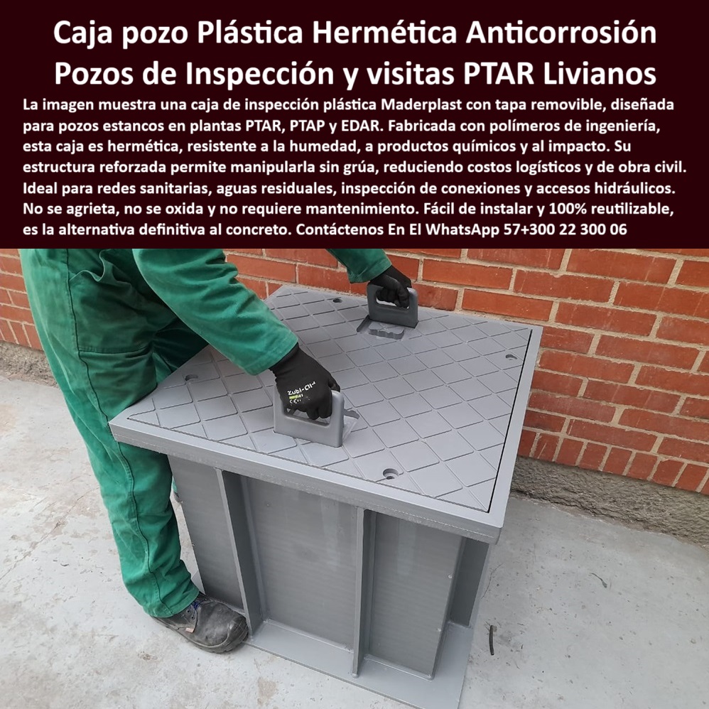 Caja De Inspección Plástica Reforzada Para Pozos Ptap Ptar Y Edar Maderplast sistema de registro subterráneo sin oxidación, - estructura-plastica-subterranea, - ¿Dónde consigo cajas livianas de inspección para PTAR?, - Solución técnica definitiva en -camaras-subterraneas-anticorrosivas, - estructura modular para revisión de aguas residuales, - módulos estancos de inspección plástica PTAR, - cajas-plasticas-anticorrosivas-inspeccion-pozos-ptar-subterraneas-estancas-redes-hidraulicas-livianas-tapa-removible-reutilizables-industriales, - cajas livianas con tapa removible para obras hidráulicas, - cámara subterránea plástica con resistencia estructural, - cámara plástica liviana para pozos estancos, - caja industrial de inspección sin necesidad de grúa, - caja plástica hermética con manijas integradas, - soluciones-para-redes-sanitarias, - caja de visita liviana y reutilizable, - módulos de acceso hidráulico para saneamiento urbano, - tapa-de-registro-liviana, - cámara plástica estanca para conexiones hidráulicas, - cámaras estancas para plantas de tratamiento de aguas, - solución liviana para pozos plásticos en redes hidráulicas, - caja de inspección hermética con tapa removible, - caja plástica anticorrosiva para conexiones hidráulicas, - Descripción Optimizada de la Imagen Es: La imagen muestra una caja plástica de inspección Maderplast con tapa removible y asas ergonómicas, diseñada para ser usada como pozo estanco en redes sanitarias, PTAR, PTAP y EDAR. Fabricada con polímeros técnicos de alta resistencia, esta solución es totalmente hermética, anticorrosiva y no requiere mantenimiento. Su estructura reforzada permite transportarla sin grúa, facilitando la instalación y reduciendo costos logísticos. Las cajas de Maderplast son ideales para ambientes con humedad constante, agentes químicos e instalaciones hidráulicas exigentes. Maderplast ofrece productos duraderos, livianos y reciclables, superando al concreto en versatilidad, resistencia y sostenibilidad para redes modernas de infraestructura, - cajas plásticas subterráneas para redes sanitarias, - pozo-de-visita-ptar, - cámara plástica hermética para zonas de alta humedad, - caja de inspección prefabricada resistente al impacto, - solución de monitoreo subterráneo sin mantenimiento, - módulos-de-acceso-hidrosanitario, - estructura de polipropileno técnico para redes de saneamiento, - ¿Cuál es la mejor caja anticorrosiva para plantas EDAR?, - cajas plásticas resistentes para plantas PTAP, - caja-de-revisión-plástica, - caja de revisión subterránea para EDAR, - estructuras técnicas de inspección sin mantenimiento, - módulo plástico de inspección para EDAR, - caja técnica liviana para monitoreo en PTAR, - solución modular plástica para redes hidráulicas, - cajas de inspección plásticas resistentes para aguas residuales, - ¿Qué caja hermética es buena para redes hidráulicas?, - pozo plástico de revisión para plantas PTAR, - módulos de revisión estanca para obras hidráulicas, - tapa de registro plástica con manijas integradas, - sistema subterráneo de inspección para PTAR, - cámaras plásticas prefabricadas anticorrosivas para saneamiento, - cajas plásticas reutilizables para infraestructura sanitaria, - sistemas-de-inspección-hidraulica, - ¿Qué tipo de pozo de visita usar en saneamiento?, - pozos de visita en plástico para redes urbanas, - sistemas subterráneos estancos para redes sanitarias, - pozo plástico prefabricado resistente a químicos, - cajas-estancas-para-redes, - cajas anticorrosivas prefabricadas para redes subterráneas, - pozo de visita anticorrosivo para aguas residuales, - cajas-plásticas-resistentes-ptap, - ¿Qué cajas plásticas sirven para aguas residuales?, - caja técnica anticorrosiva para redes urbanas, - cajas subterráneas resistentes a químicos agresivos 0 cajas plásticas resistentes plantas ptap, - pozo-de-visita-ptar, - Qué cajas anticorrosivas sirven para aguas residuales, - caja plástica subterránea, 0 Caja De Inspección Plástica Reforzada Para Pozos Ptap Ptar Y Edar Maderplast 0 cajas plásticas resistentes plantas ptap pozo de visita ptar Qué cajas anticorrosivas sirven para aguas residuales caja plástica subterránea sistema de registro subterráneo sin oxidación, - estructura-plastica-subterranea, - ¿Dónde consigo cajas livianas de inspección para PTAR?, - Solución técnica definitiva en -camaras-subterraneas-anticorrosivas, - estructura modular para revisión de aguas residuales, - módulos estancos de inspección plástica PTAR, - cajas-plasticas-anticorrosivas-inspeccion-pozos-ptar-subterraneas-estancas-redes-hidraulicas-livianas-tapa-removible-reutilizables-industriales, - cajas livianas con tapa removible para obras hidráulicas, - cámara subterránea plástica con resistencia estructural, - cámara plástica liviana para pozos estancos, - caja industrial de inspección sin necesidad de grúa, - caja plástica hermética con manijas integradas, - soluciones-para-redes-sanitarias, - caja de visita liviana y reutilizable, - módulos de acceso hidráulico para saneamiento urbano, - tapa-de-registro-liviana, - cámara plástica estanca para conexiones hidráulicas, - cámaras estancas para plantas de tratamiento de aguas, - solución liviana para pozos plásticos en redes hidráulicas, - caja de inspección hermética con tapa removible, - caja plástica anticorrosiva para conexiones hidráulicas, - Descripción Optimizada de la Imagen Es: La imagen muestra una caja plástica de inspección Maderplast con tapa removible y asas ergonómicas, diseñada para ser usada como pozo estanco en redes sanitarias, PTAR, PTAP y EDAR. Fabricada con polímeros técnicos de alta resistencia, esta solución es totalmente hermética, anticorrosiva y no requiere mantenimiento. Su estructura reforzada permite transportarla sin grúa, facilitando la instalación y reduciendo costos logísticos. Las cajas de Maderplast son ideales para ambientes con humedad constante, agentes químicos e instalaciones hidráulicas exigentes. Maderplast ofrece productos duraderos, livianos y reciclables, superando al concreto en versatilidad, resistencia y sostenibilidad para redes modernas de infraestructura, - cajas plásticas subterráneas para redes sanitarias, - pozo-de-visita-ptar, - cámara plástica hermética para zonas de alta humedad, - caja de inspección prefabricada resistente al impacto, - solución de monitoreo subterráneo sin mantenimiento, - módulos-de-acceso-hidrosanitario, - estructura de polipropileno técnico para redes de saneamiento, - ¿Cuál es la mejor caja anticorrosiva para plantas EDAR?, - cajas plásticas resistentes para plantas PTAP, - caja-de-revisión-plástica, - caja de revisión subterránea para EDAR, - estructuras técnicas de inspección sin mantenimiento, - módulo plástico de inspección para EDAR, - caja técnica liviana para monitoreo en PTAR, - solución modular plástica para redes hidráulicas, - cajas de inspección plásticas resistentes para aguas residuales, - ¿Qué caja hermética es buena para redes hidráulicas?, - pozo plástico de revisión para plantas PTAR, - módulos de revisión estanca para obras hidráulicas, - tapa de registro plástica con manijas integradas, - sistema subterráneo de inspección para PTAR, - cámaras plásticas prefabricadas anticorrosivas para saneamiento, - cajas plásticas reutilizables para infraestructura sanitaria, - sistemas-de-inspección-hidraulica, - ¿Qué tipo de pozo de visita usar en saneamiento?, - pozos de visita en plástico para redes urbanas, - sistemas subterráneos estancos para redes sanitarias, - pozo plástico prefabricado resistente a químicos, - cajas-estancas-para-redes, - cajas anticorrosivas prefabricadas para redes subterráneas, - pozo de visita anticorrosivo para aguas residuales, - cajas-plásticas-resistentes-ptap, - ¿Qué cajas plásticas sirven para aguas residuales?, - caja técnica anticorrosiva para redes urbanas, - cajas subterráneas resistentes a químicos agresivos 0 Caja De Inspección Plástica Reforzada Para Pozos Ptap Ptar Y Edar Maderplast 0 cajas plásticas resistentes plantas ptap, - pozo-de-visita-ptar, - Qué cajas anticorrosivas sirven para aguas residuales, - caja plástica subterránea, 0