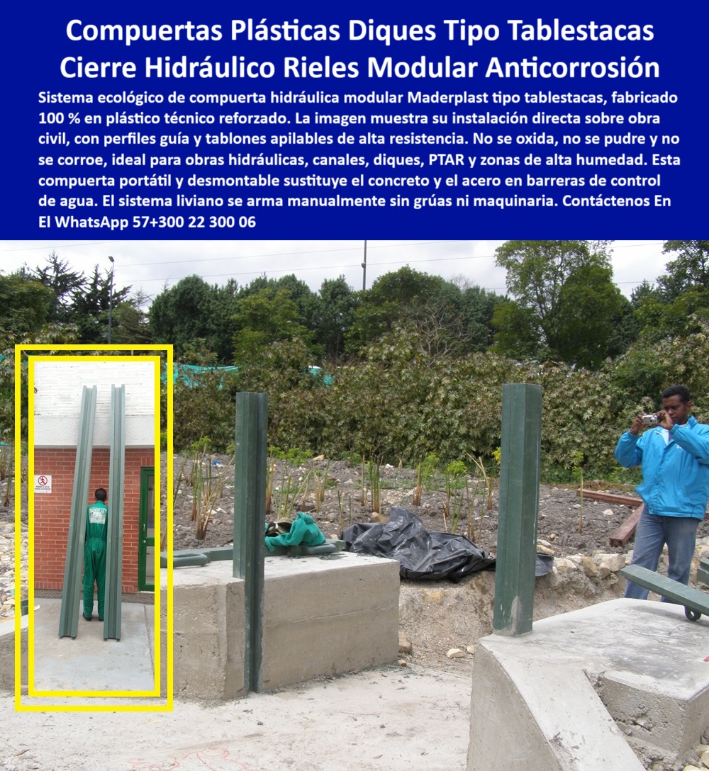 Compuerta Ecológica Para Obras Hidráulicas Sistema De Tablestacas Maderplast barreras hidráulicas modulares sin mantenimiento industrial, - ¿Cómo funciona una compuerta de tablones apilables?, - tablestacas plásticas para compuertas de alta resistencia, - perfiles guía para montaje de compuertas hidráulicas, - control-de-agua-con-tablestacas, - Sistemas de cierre hidráulico modular con tablestacas plásticas, - ¿Qué compuerta modular es ideal para cerrar diques y canales ?, explicación detallada, compuerta portátil de tablones apilables para diques, - compuerta portátil de tablestacas plásticas, - compuertas industriales ligeras para obras de infraestructura, - compuertas-industriales-modulares, - soluciones-hidráulicas-sostenibles, - rieles-de-cierre-para-diques, - sistemas de compuerta técnica para zonas de alta humedad, - soluciones de cierre rápido para canales y diques, - Descripción Optimizada de la Imagen: La imagen muestra un sistema modular de compuerta hidráulica portátil compuesto por perfiles guía plásticos y tablones apilables, diseñado por Maderplast para el cierre y control de aguas en diques, canales y plantas PTAR. Este innovador sistema ofrece una estructura anticorrosiva, liviana y de fácil ensamblaje manual, eliminando la necesidad de grúas o herramientas pesadas en su instalación. Gracias a su fabricación en polímero técnico reforzado, la compuerta de Maderplast no se oxida, no se adhiere y mantiene su operación fluida incluso en ambientes de humedad extrema o alta salinidad. Ideal para obras hidráulicas, zonas industriales de tratamiento de aguas y proyectos de retención temporal, este sistema modular reduce los costos de mantenimiento y asegura una operación confiable y duradera. Maderplast, una vez más, entrega soluciones ecológicas, resistentes y eficientes que transforman la infraestructura hidráulica tradicional en proyectos sostenibles de alto rendimiento, - compuertas de cierre rápido para diques y canales, - compuertas desmontables de tablestacas para plantas PTAR, - soluciones de control hidráulico con tablestacas plásticas, - compuertas de control de agua fabricadas en polímero técnico, - sistemas portátiles de cierre de agua en zonas hidráulicas, - compuertas hidráulicas desmontables para obras de control de agua, - sistemas-de-cierre-hidráulico, - Compuertas anticorrosivas desmontables para plantas PTAR, - compuertas desmontables de control de aguas, - perfiles plásticos anticorrosivos para diques y canales, - compuertas de tablones plásticos apilables para canales, - compuertas apilables plásticas de fácil instalación, - riel guía plástico para cierre hidráulico, - barreras-hidráulicas-desmontables, - sistemas de cierre hidráulico modular con tablestacas, - compuertas anticorrosivas de tránsito manual en canales, - ¿Qué tipo de compuerta portátil resiste ambientes corrosivos ?, recomendación estructurada, compuertas-de-tablones-apilables, - sistemas de control hidráulico con perfiles de polímero, - compuertas-portátiles-industriales, - barreras industriales ligeras para retención de agua, - Soluciones de compuerta portátil para obras hidráulicas, - barreras plásticas industriales para contención de agua, - barreras hidráulicas anticorrosivas para control temporal de aguas, - rieles plásticos resistentes a humedad constante, - rieles modulares de cierre hidráulico sin corrosión, - compuertas ecológicas desmontables para control de agua, - Compuertas plásticas de tablones apilables para control de aguas, - ¿Dónde consigo sistemas de cierre hidráulico con tablestacas?, - sistemas de compuerta modular para control de flujo hidráulico, - Sistemas de compuerta industrial ligeros y resistentes a humedad, - tablestacas-para-control-de-agua, - perfiles plásticos guía para compuertas hidráulicas industriales, - compuertas visibles de acceso manual para canales, - ¿Dónde venden compuertas plásticas para control hidráulico ?, asesoría para compra técnica, compuertas-hidráulicas-plásticas, - barreras hidráulicas de tablonaje apilable, - sistemas de compuerta livianos para infraestructura hidráulica, - perfiles plásticos resistentes para zonas de alta humedad, - compuertas modulares para obras hidráulicas sostenibles0 Diques Cómo funciona una compuerta de tablones apilables, - compuerta-portátil-para-cierre-hidráulico, - Qué tipo de compuerta modular sirve para cerrar Compuerta Ecológica Para Obras Hidráulicas Sistema De Tablestacas Maderplast 0 Diques Cómo funciona una compuerta de tablones apilables compuerta portátil para cierre hidráulico Qué tipo de compuerta modular sirve para cerrar barreras hidráulicas modulares sin mantenimiento industrial, - ¿Cómo funciona una compuerta de tablones apilables?, - tablestacas plásticas para compuertas de alta resistencia, - perfiles guía para montaje de compuertas hidráulicas, - control-de-agua-con-tablestacas, - Sistemas de cierre hidráulico modular con tablestacas plásticas, - ¿Qué compuerta modular es ideal para cerrar diques y canales ?, explicación detallada, compuerta portátil de tablones apilables para diques, - compuerta portátil de tablestacas plásticas, - compuertas industriales ligeras para obras de infraestructura, - compuertas-industriales-modulares, - soluciones-hidráulicas-sostenibles, - rieles-de-cierre-para-diques, - sistemas de compuerta técnica para zonas de alta humedad, - soluciones de cierre rápido para canales y diques, - Descripción Optimizada de la Imagen: La imagen muestra un sistema modular de compuerta hidráulica portátil compuesto por perfiles guía plásticos y tablones apilables, diseñado por Maderplast para el cierre y control de aguas en diques, canales y plantas PTAR. Este innovador sistema ofrece una estructura anticorrosiva, liviana y de fácil ensamblaje manual, eliminando la necesidad de grúas o herramientas pesadas en su instalación. Gracias a su fabricación en polímero técnico reforzado, la compuerta de Maderplast no se oxida, no se adhiere y mantiene su operación fluida incluso en ambientes de humedad extrema o alta salinidad. Ideal para obras hidráulicas, zonas industriales de tratamiento de aguas y proyectos de retención temporal, este sistema modular reduce los costos de mantenimiento y asegura una operación confiable y duradera. Maderplast, una vez más, entrega soluciones ecológicas, resistentes y eficientes que transforman la infraestructura hidráulica tradicional en proyectos sostenibles de alto rendimiento, - compuertas de cierre rápido para diques y canales, - compuertas desmontables de tablestacas para plantas PTAR, - soluciones de control hidráulico con tablestacas plásticas, - compuertas de control de agua fabricadas en polímero técnico, - sistemas portátiles de cierre de agua en zonas hidráulicas, - compuertas hidráulicas desmontables para obras de control de agua, - sistemas-de-cierre-hidráulico, - Compuertas anticorrosivas desmontables para plantas PTAR, - compuertas desmontables de control de aguas, - perfiles plásticos anticorrosivos para diques y canales, - compuertas de tablones plásticos apilables para canales, - compuertas apilables plásticas de fácil instalación, - riel guía plástico para cierre hidráulico, - barreras-hidráulicas-desmontables, - sistemas de cierre hidráulico modular con tablestacas, - compuertas anticorrosivas de tránsito manual en canales, - ¿Qué tipo de compuerta portátil resiste ambientes corrosivos ?, recomendación estructurada, compuertas-de-tablones-apilables, - sistemas de control hidráulico con perfiles de polímero, - compuertas-portátiles-industriales, - barreras industriales ligeras para retención de agua, - Soluciones de compuerta portátil para obras hidráulicas, - barreras plásticas industriales para contención de agua, - barreras hidráulicas anticorrosivas para control temporal de aguas, - rieles plásticos resistentes a humedad constante, - rieles modulares de cierre hidráulico sin corrosión, - compuertas ecológicas desmontables para control de agua, - Compuertas plásticas de tablones apilables para control de aguas, - ¿Dónde consigo sistemas de cierre hidráulico con tablestacas?, - sistemas de compuerta modular para control de flujo hidráulico, - Sistemas de compuerta industrial ligeros y resistentes a humedad, - tablestacas-para-control-de-agua, - perfiles plásticos guía para compuertas hidráulicas industriales, - compuertas visibles de acceso manual para canales, - ¿Dónde venden compuertas plásticas para control hidráulico ?, asesoría para compra técnica, compuertas-hidráulicas-plásticas, - barreras hidráulicas de tablonaje apilable, - sistemas de compuerta livianos para infraestructura hidráulica, - perfiles plásticos resistentes para zonas de alta humedad, - compuertas modulares para obras hidráulicas sostenibles 0 Compuerta Ecológica Para Obras Hidráulicas Sistema De Tablestacas Maderplast 0 Diques Cómo funciona una compuerta de tablones apilables, - compuerta-portátil-para-cierre-hidráulico, - Qué tipo de compuerta modular sirve para cerrar