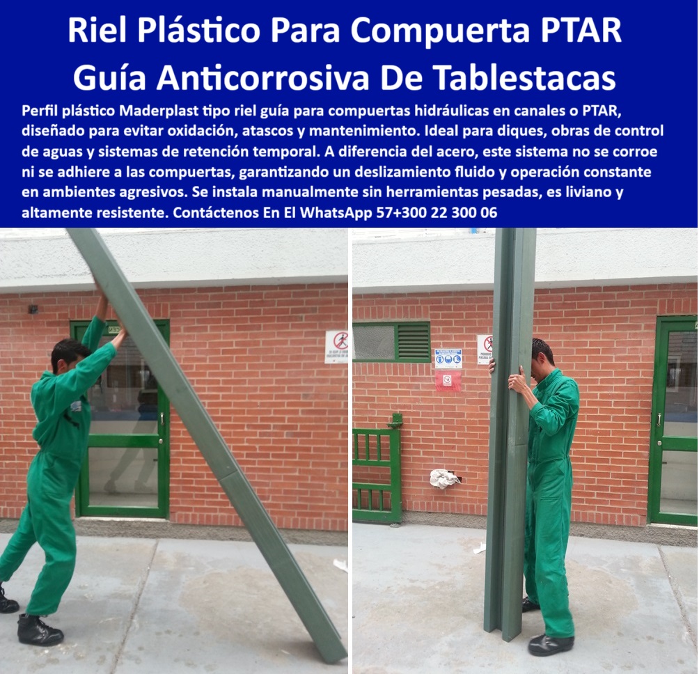 Compuerta Ecológica Para Obras Hidráulicas Sistema De Tablestacas Maderplast Soluciones de compuertas plásticas para plantas de tratamiento, - guías plásticas anticorrosivas para diques y canales, - compuertas de tablestacas visibles para plantas industriales, - guías industriales plásticas resistentes a humedad, - rieles deslizantes de polipropileno técnico, - sistemas de tablestacas desmontables para obras hidráulicas, - soluciones modulares de control de aguas industriales, - tablestacas horizontales modulares para control hidráulico, - perfiles plásticos ligeros para sistemas de compuerta, - ¿Qué tipo de compuerta de canal no se oxida?, - Sistemas de tablestacas plásticas desmontables para control de aguas, - perfiles plásticos de alta resistencia para compuertas, - Descripción Optimizada de la Imagen: La imagen presenta un sistema de guías plásticas anticorrosivas tipo tablestacas, diseñadas para compuertas hidráulicas en canales de control de aguas y plantas de tratamiento como PTAR y EDAR. Fabricadas por Maderplast, estas guías permiten un deslizamiento fluido sin atascos ni corrosión, incluso en ambientes de alta humedad, salinidad y exposición química. El perfil estructural liviano facilita la instalación manual sin necesidad de herramientas pesadas, eliminando los tradicionales problemas de oxidación y adhesión que presentan los sistemas metálicos. La solución ofrecida por Maderplast reemplaza eficientemente las guías metálicas convencionales, garantizando larga vida útil, bajo mantenimiento y máxima eficiencia en operación hidráulica. Gracias a su ingeniería avanzada, Maderplast proporciona un sistema de compuertas plásticas ecológicas, ideales para diques, obras de control de agua, canales de riego y plantas de tratamiento industrial, - riel guía plástico para canales hidráulicos, - perfiles de canal plástico para infraestructura hidráulica, - sistema de tablestacas plásticas para compuertas, - barreras hidráulicas desmontables de alta resistencia, - compuertas resistentes a químicos y ambientes agresivos, - tablestacas-horizontales-industriales, - barreras hidráulicas plásticas para control de flujo, - tablestacas-desmontables-para-canales, - compuertas-industriales-ecológicas, - sistemas de compuertas plásticas de control hidráulico, - soluciones desmontables de control de agua, - perfiles de polipropileno técnico para tablestacas hidráulicas, - rieles-plásticos-industriales, - Guías plásticas anticorrosivas para compuertas hidráulicas, - Rieles plásticos para compuertas de retención de agua en canales, - Barreras plásticas industriales resistentes para control de flujo hidráulico, - guías-plásticas-para-compuertas, - compuertas-de-control-de-aguas, - compuertas industriales de sellado hermético sin mantenimiento, - ¿Dónde venden guías plásticas para sistemas de tablestacas?, - comparativa confiable para toma de decisiones -sistemas de barrera hidráulica ecológica con tablestacas plásticas, - ¿Dónde encuentro barreras hidráulicas plásticas para diques?, - guías plásticas para tablestacas de control hidráulico, - compuertas-hidráulicas-plásticas, - tablestacas horizontales para obras hidráulicas sostenibles, - soluciones de compuertas anticorrosivas para sistemas PTAR, - rieles plásticos ligeros para diques de retención, - perfiles-plásticos-para-control-hidráulico, - compuertas modulares anticorrosivas para diques, - ¿Qué riel plástico sirve para control hidráulico en PTAR?, - guías deslizantes plásticas para control de agua, - perfiles plásticos resistentes para sistemas hidráulicos, - ¿Qué compuertas desmontables son ideales para obras de agua?, - sistemas plásticos de compuertas industriales, - soluciones-hidráulicas-anticorrosivas, - compuertas plásticas de tránsito fluido para canales, - riel guía plástico anticorrosivo para canales de agua, - tablestacas modulares para plantas de tratamiento, - sistemas de compuertas sin óxido para zonas industriales, - sistemas-de-barrera-hidráulica, - compuertas plásticas visibles para zonas técnicas hidráulicas, - rieles plásticos para compuertas hidráulicas en canales, - barreras desmontables de tablones para canales industriales 0 Diques barrera desmontable de tablones para canal, - compuerta-de-canal-con-guías-plásticas, - sistema de compuertas por tablestacas horizontales, - Ptar Compuerta Ecológica Para Obras Hidráulicas Sistema De Tablestacas Maderplast 0 Diques barrera desmontable de tablones para canal compuerta de canal con guías plásticas sistema de compuertas por tablestacas horizontales Ptar Soluciones de compuertas plásticas para plantas de tratamiento, - guías plásticas anticorrosivas para diques y canales, - compuertas de tablestacas visibles para plantas industriales, - guías industriales plásticas resistentes a humedad, - rieles deslizantes de polipropileno técnico, - sistemas de tablestacas desmontables para obras hidráulicas, - soluciones modulares de control de aguas industriales, - tablestacas horizontales modulares para control hidráulico, - perfiles plásticos ligeros para sistemas de compuerta, - ¿Qué tipo de compuerta de canal no se oxida?, - Sistemas de tablestacas plásticas desmontables para control de aguas, - perfiles plásticos de alta resistencia para compuertas, - Descripción Optimizada de la Imagen: La imagen presenta un sistema de guías plásticas anticorrosivas tipo tablestacas, diseñadas para compuertas hidráulicas en canales de control de aguas y plantas de tratamiento como PTAR y EDAR. Fabricadas por Maderplast, estas guías permiten un deslizamiento fluido sin atascos ni corrosión, incluso en ambientes de alta humedad, salinidad y exposición química. El perfil estructural liviano facilita la instalación manual sin necesidad de herramientas pesadas, eliminando los tradicionales problemas de oxidación y adhesión que presentan los sistemas metálicos. La solución ofrecida por Maderplast reemplaza eficientemente las guías metálicas convencionales, garantizando larga vida útil, bajo mantenimiento y máxima eficiencia en operación hidráulica. Gracias a su ingeniería avanzada, Maderplast proporciona un sistema de compuertas plásticas ecológicas, ideales para diques, obras de control de agua, canales de riego y plantas de tratamiento industrial, - riel guía plástico para canales hidráulicos, - perfiles de canal plástico para infraestructura hidráulica, - sistema de tablestacas plásticas para compuertas, - barreras hidráulicas desmontables de alta resistencia, - compuertas resistentes a químicos y ambientes agresivos, - tablestacas-horizontales-industriales, - barreras hidráulicas plásticas para control de flujo, - tablestacas-desmontables-para-canales, - compuertas-industriales-ecológicas, - sistemas de compuertas plásticas de control hidráulico, - soluciones desmontables de control de agua, - perfiles de polipropileno técnico para tablestacas hidráulicas, - rieles-plásticos-industriales, - Guías plásticas anticorrosivas para compuertas hidráulicas, - Rieles plásticos para compuertas de retención de agua en canales, - Barreras plásticas industriales resistentes para control de flujo hidráulico, - guías-plásticas-para-compuertas, - compuertas-de-control-de-aguas, - compuertas industriales de sellado hermético sin mantenimiento, - ¿Dónde venden guías plásticas para sistemas de tablestacas?, - comparativa confiable para toma de decisiones -sistemas de barrera hidráulica ecológica con tablestacas plásticas, - ¿Dónde encuentro barreras hidráulicas plásticas para diques?, - guías plásticas para tablestacas de control hidráulico, - compuertas-hidráulicas-plásticas, - tablestacas horizontales para obras hidráulicas sostenibles, - soluciones de compuertas anticorrosivas para sistemas PTAR, - rieles plásticos ligeros para diques de retención, - perfiles-plásticos-para-control-hidráulico, - compuertas modulares anticorrosivas para diques, - ¿Qué riel plástico sirve para control hidráulico en PTAR?, - guías deslizantes plásticas para control de agua, - perfiles plásticos resistentes para sistemas hidráulicos, - ¿Qué compuertas desmontables son ideales para obras de agua?, - sistemas plásticos de compuertas industriales, - soluciones-hidráulicas-anticorrosivas, - compuertas plásticas de tránsito fluido para canales, - riel guía plástico anticorrosivo para canales de agua, - tablestacas modulares para plantas de tratamiento, - sistemas de compuertas sin óxido para zonas industriales, - sistemas-de-barrera-hidráulica, - compuertas plásticas visibles para zonas técnicas hidráulicas, - rieles plásticos para compuertas hidráulicas en canales, - barreras desmontables de tablones para canales industriales 0 Compuerta Ecológica Para Obras Hidráulicas Sistema De Tablestacas Maderplast 0 Diques barrera desmontable de tablones para canal, - compuerta-de-canal-con-guías-plásticas, - sistema de compuertas por tablestacas horizontales, - Ptar