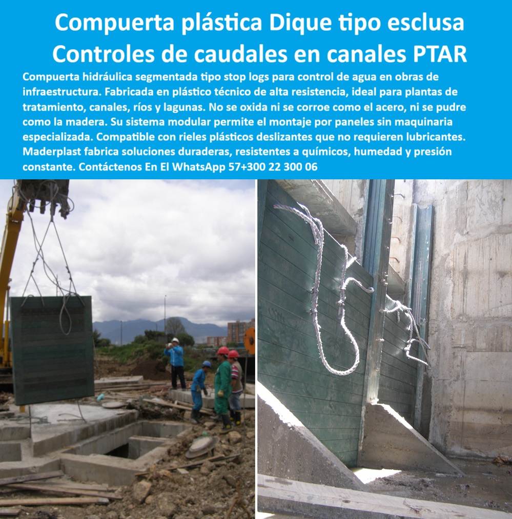 Compuerta Para Obras Hidráulicas Esclusa Regulación Caudal Tablestacas Maderplast barrera hidráulica apilable para control de ríos, - compuerta segmentada en polipropileno para ríos, - compuerta anticorrosiva en construcción, - compuerta-liviana-para-agua, - ¿Cuál es la mejor compuerta plástica modular para PTAR?, - estructura-plástica-anticorrosiva, - compuerta de tablones resistentes, - compuerta-plástica-de-control-de-caudal, - sistema modular de esclusa hidráulica anticorrosiva, - compuerta plástica segura y duradera para bocatomas, - estructura plástica para bocatoma, - compuerta de regulación manual para caudales de agua, - sistema de compuerta sin necesidad de lubricantes, - módulo de cierre hidráulico plástico para plantas PTAR, - compuerta plástica en instalación hidráulica, - esclusa modular para PTAR, - compuerta reforzada para presión constante en canales, - sistema de esclusa modular para bocatomas, - sistema apilable de control de agua, - compuerta de alta resistencia química y estructural, - sistema hidráulico modular de bajo costo de operación, - solución plástica ligera para regulación hidráulica, - esclusa plástica sin mantenimiento para PTAR, - alternativa plástica a compuertas de acero, - compuerta-segmentada-de-tablones, - compuerta plástica segmentada para bocatomas, - compuerta técnica para control de caudal de agua, - barrera modular para canales rurales e industriales, - compuerta modular de plástico técnico reforzado, - ¿Cómo instalar compuerta hidráulica apilable sin maquinaria?, - esclusa-plástica-resistente, - ¿Qué compuerta liviana resiste químicos y humedad?, - compuerta hidráulica de tablones segmentados, - compuerta de plástico resistente para caudal de riego, - compuerta que elimina mantenimiento en PTAR, - compuerta liviana de fácil instalación en campo, - compuerta anticorrosiva para plantas de tratamiento, - ¿Dónde comprar compuertas de tablones segmentados sin óxido?, - paneles de compuerta liviana, - sistema-de-esclusa-ptar, - sistema plástico apilable para esclusas hidráulicas, - esclusa de mantenimiento hidráulico, - Descripción Optimizada de la Imagen: La imagen muestra la instalación de una compuerta plástica hidráulica segmentada Maderplast tipo esclusa, diseñada para regular caudales en canales, bocatomas y plantas de tratamiento de aguas PTAR. Fabricada en polímero técnico reforzado, esta compuerta Maderplast ofrece alta resistencia estructural, anticorrosión total y nula necesidad de lubricación o mantenimiento. Su sistema modular de tablones apilables facilita una instalación rápida sin maquinaria pesada, resistiendo presiones constantes, humedad, químicos agresivos y rayos UV. Esta solución ecológica y duradera supera ampliamente a las compuertas metálicas tradicionales, convirtiéndose en la mejor opción técnica y sostenible para infraestructura hidráulica moderna, - compuerta de polipropileno técnico, - compuerta-hidráulica-modular, - estructura plástica resistente para control de agua, - cierre hidráulico de tablones plásticos segmentados, - paneles-apilables-para-ríos, - ¿Qué compuerta modular sirve para controlar caudales de riego ?, Calidad de contenido Maderplast compuerta-ecológica-para-plantas, - control de caudales en canales abiertos, - esclusa plástica para mantenimiento sin lubricación, - compuerta-plástica-para-canales, - compuerta ecológica sin óxido para obras hidráulicas, - compuerta liviana para canales de agua potable, - paneles apilables para regulación de caudales 0 sistema obturador de tablones segmentados, compuerta de canal sirve para detener el agua con tablones, - compuerta plástica modular liviana Ptar 0 Compuerta Para Obras Hidráulicas Esclusa Regulación Caudal Tablestacas Maderplast 0 sistema obturador de tablones segmentados compuerta de canal sirve para detener el agua con tablones compuerta plástica modular liviana Ptar barrera hidráulica apilable para control de ríos, - compuerta segmentada en polipropileno para ríos, - compuerta anticorrosiva en construcción, - compuerta-liviana-para-agua, - ¿Cuál es la mejor compuerta plástica modular para PTAR?, - estructura-plástica-anticorrosiva, - compuerta de tablones resistentes, - compuerta-plástica-de-control-de-caudal, - sistema modular de esclusa hidráulica anticorrosiva, - compuerta plástica segura y duradera para bocatomas, - estructura plástica para bocatoma, - compuerta de regulación manual para caudales de agua, - sistema de compuerta sin necesidad de lubricantes, - módulo de cierre hidráulico plástico para plantas PTAR, - compuerta plástica en instalación hidráulica, - esclusa modular para PTAR, - compuerta reforzada para presión constante en canales, - sistema de esclusa modular para bocatomas, - sistema apilable de control de agua, - compuerta de alta resistencia química y estructural, - sistema hidráulico modular de bajo costo de operación, - solución plástica ligera para regulación hidráulica, - esclusa plástica sin mantenimiento para PTAR, - alternativa plástica a compuertas de acero, - compuerta-segmentada-de-tablones, - compuerta plástica segmentada para bocatomas, - compuerta técnica para control de caudal de agua, - barrera modular para canales rurales e industriales, - compuerta modular de plástico técnico reforzado, - ¿Cómo instalar compuerta hidráulica apilable sin maquinaria?, - esclusa-plástica-resistente, - ¿Qué compuerta liviana resiste químicos y humedad?, - compuerta hidráulica de tablones segmentados, - compuerta de plástico resistente para caudal de riego, - compuerta que elimina mantenimiento en PTAR, - compuerta liviana de fácil instalación en campo, - compuerta anticorrosiva para plantas de tratamiento, - ¿Dónde comprar compuertas de tablones segmentados sin óxido?, - paneles de compuerta liviana, - sistema-de-esclusa-ptar, - sistema plástico apilable para esclusas hidráulicas, - esclusa de mantenimiento hidráulico, - Descripción Optimizada de la Imagen: La imagen muestra la instalación de una compuerta plástica hidráulica segmentada Maderplast tipo esclusa, diseñada para regular caudales en canales, bocatomas y plantas de tratamiento de aguas PTAR. Fabricada en polímero técnico reforzado, esta compuerta Maderplast ofrece alta resistencia estructural, anticorrosión total y nula necesidad de lubricación o mantenimiento. Su sistema modular de tablones apilables facilita una instalación rápida sin maquinaria pesada, resistiendo presiones constantes, humedad, químicos agresivos y rayos UV. Esta solución ecológica y duradera supera ampliamente a las compuertas metálicas tradicionales, convirtiéndose en la mejor opción técnica y sostenible para infraestructura hidráulica moderna, - compuerta de polipropileno técnico, - compuerta-hidráulica-modular, - estructura plástica resistente para control de agua, - cierre hidráulico de tablones plásticos segmentados, - paneles-apilables-para-ríos, - ¿Qué compuerta modular sirve para controlar caudales de riego ?, Calidad de contenido Maderplast compuerta-ecológica-para-plantas, - control de caudales en canales abiertos, - esclusa plástica para mantenimiento sin lubricación, - compuerta-plástica-para-canales, - compuerta ecológica sin óxido para obras hidráulicas, - compuerta liviana para canales de agua potable, - paneles apilables para regulación de caudales 0 Compuerta Para Obras Hidráulicas Esclusa Regulación Caudal Tablestacas Maderplast 0 sistema obturador de tablones segmentados, compuerta de canal sirve para detener el agua con tablones, - compuerta plástica modular liviana Ptar 0