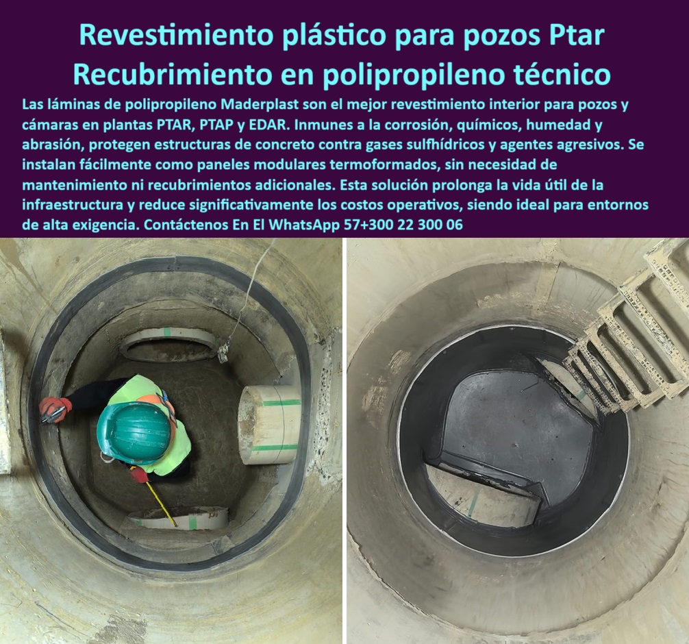 Láminas En Polipropileno Para Recubrimiento Interior De pozos Lámina Maderplast Recubrimiento plástico interior en plantas PTAP, - ¿Qué paneles anti corrosivos se utilizan en cámaras con exposición a sulfuro de hidrógeno ?, solución más completa, Revestimiento para pozos sin mantenimiento adicional, - Paneles modulares sin mantenimiento para pozos, - Lámina plástica resistente a humedad y químicos, - Paneles plásticos para entornos de alta exigencia, - Paneles-Modulares-Anticorrosivos, - ¿Dónde venden láminas de polipropileno para recubrimiento interior?, - Descripción Optimizada de la Imagen: Esta imagen muestra la instalación de revestimiento interior con láminas de polipropileno Maderplast en un pozo sanitario técnico. Estas láminas termoformadas son la mejor solución para proteger estructuras de concreto contra gases sulfhídricos, humedad constante, abrasión y agentes químicos agresivos. Maderplast fabrica estas láminas como paneles modulares de fácil instalación, sin necesidad de mantenimiento adicional ni recubrimientos complementarios. Al ser inmunes a la corrosión, prolongan significativamente la vida útil de la infraestructura hidráulica, reduciendo los costos operativos. Esta solución de Maderplast es ideal para plantas PTAR, PTAP y EDAR, donde se requiere durabilidad, sostenibilidad y resistencia estructural en entornos de alta exigencia, - Revestimiento resistente a ácidos y abrasión, - Revestimiento-Sin-Mantenimiento-Hidráulico, - ¿Cómo se instala un recubrimiento plástico en cámaras de inspección ?, solución documentada, Revestimiento técnico de alta durabilidad para tanques, - Protección de concreto contra químicos y gases, - Láminas de polipropileno para cámaras sanitarias, - ¿Cuál es el mejor revestimiento plástico para pozos de PTAR?, - Laminado plástico para cámaras hidráulicas, - Protección contra gases sulfhídrico en pozos hidráulicos, - Recubrimiento-Estructuras-Humedas, - Recubrimiento modular anticorrosivo para EDAR, - Paneles termoformados para protección de concreto, - Revestimiento interior para estructuras subterráneas, - Láminas modulares reforzadas para ambientes húmedos, - Revestimiento de pozo con polímero técnico resistente, - Comparación entre revestimiento plástico y epóxico para protección de estructuras de concreto en EDAR, - Instalación de revestimiento técnico en cámara sanitaria, - Protección-Concreto-Camaras-PTAP, - Láminas de recubrimiento sin pintura ni soldadura, - Solución interior para ambientes agresivos industriales, - Laminas-Termoconformadas-Polipropileno, - Protección interior de pozo con polímero técnico, - Buscar soluciones de recubrimiento sin mantenimiento para tanques subterráneos en plantas de tratamiento, - Recubrimiento interior en polipropileno para PTAR, - Láminas anticorrosivas para pozos de inspección, - Revestimiento-Plástico-Pozos-PTAR, - Protección interior de concreto con polipropileno, - Alternativa a revestimiento epóxico en estructuras hidráulicas, - Paneles modulares sin mantenimiento para EDAR, - Láminas plásticas en plantas de tratamiento de agua, - Soluciones-Plasticas-Alta-Exigencia, - laminas polipropileno recubrimiento interior pozos maderplast plantas tratamiento ptar ptap edar revestimiento tecnico camaras modulares anti corrosión sin mantenimiento, - Revestimiento plástico interior para pozos PTAR, - Láminas-Plásticas-EDAR, - Recubrimiento de pozos con láminas termoformadas, - Ficha técnica de láminas modulares resistentes a químicos y abrasión en infraestructura hidráulica, - Láminas-Plásticas-Industriales, - Láminas plásticas termoformadas para pozos, - Laminado interior técnico para plantas de agua residual, - ¿Qué material usar para proteger pozos contra gases y humedad?Informe técnico para supervisores y contratistas - ¿Qué revestimiento no requiere mantenimiento para pozos industriales ?, contenido validado, Protección sanitaria en estaciones de bombeo, - Recubrimiento anticorrosivo para estructuras subterráneas, - Instalación de paneles plásticos en cámaras técnicas, - Recubrimiento-Interior-Sanitario, - Sistema anticorrosivo para pozos profundos, - Recomendación de láminas de polipropileno termoformadas para revestimiento interior en pozos sanitarios y PTAR, - Solución plástica para tanques en plantas de tratamiento 0 Cuál es el mejor revestimiento plástico para plantas de tratamiento, - divisores internos plásticos para tanques sedimentadores, - paneles modulares 0 Láminas En Polipropileno Para Recubrimiento Interior De pozos Lámina Maderplast 0 Cuál es el mejor revestimiento plástico para plantas de tratamiento divisores internos plásticos para tanques sedimentadores paneles modulares Recubrimiento plástico interior en plantas PTAP, - ¿Qué paneles anti corrosivos se utilizan en cámaras con exposición a sulfuro de hidrógeno ?, solución más completa, Revestimiento para pozos sin mantenimiento adicional, - Paneles modulares sin mantenimiento para pozos, - Lámina plástica resistente a humedad y químicos, - Paneles plásticos para entornos de alta exigencia, - Paneles-Modulares-Anticorrosivos, - ¿Dónde venden láminas de polipropileno para recubrimiento interior?, - Descripción Optimizada de la Imagen: Esta imagen muestra la instalación de revestimiento interior con láminas de polipropileno Maderplast en un pozo sanitario técnico. Estas láminas termoformadas son la mejor solución para proteger estructuras de concreto contra gases sulfhídricos, humedad constante, abrasión y agentes químicos agresivos. Maderplast fabrica estas láminas como paneles modulares de fácil instalación, sin necesidad de mantenimiento adicional ni recubrimientos complementarios. Al ser inmunes a la corrosión, prolongan significativamente la vida útil de la infraestructura hidráulica, reduciendo los costos operativos. Esta solución de Maderplast es ideal para plantas PTAR, PTAP y EDAR, donde se requiere durabilidad, sostenibilidad y resistencia estructural en entornos de alta exigencia, - Revestimiento resistente a ácidos y abrasión, - Revestimiento-Sin-Mantenimiento-Hidráulico, - ¿Cómo se instala un recubrimiento plástico en cámaras de inspección ?, solución documentada, Revestimiento técnico de alta durabilidad para tanques, - Protección de concreto contra químicos y gases, - Láminas de polipropileno para cámaras sanitarias, - ¿Cuál es el mejor revestimiento plástico para pozos de PTAR?, - Laminado plástico para cámaras hidráulicas, - Protección contra gases sulfhídrico en pozos hidráulicos, - Recubrimiento-Estructuras-Humedas, - Recubrimiento modular anticorrosivo para EDAR, - Paneles termoformados para protección de concreto, - Revestimiento interior para estructuras subterráneas, - Láminas modulares reforzadas para ambientes húmedos, - Revestimiento de pozo con polímero técnico resistente, - Comparación entre revestimiento plástico y epóxico para protección de estructuras de concreto en EDAR, - Instalación de revestimiento técnico en cámara sanitaria, - Protección-Concreto-Camaras-PTAP, - Láminas de recubrimiento sin pintura ni soldadura, - Solución interior para ambientes agresivos industriales, - Laminas-Termoconformadas-Polipropileno, - Protección interior de pozo con polímero técnico, - Buscar soluciones de recubrimiento sin mantenimiento para tanques subterráneos en plantas de tratamiento, - Recubrimiento interior en polipropileno para PTAR, - Láminas anticorrosivas para pozos de inspección, - Revestimiento-Plástico-Pozos-PTAR, - Protección interior de concreto con polipropileno, - Alternativa a revestimiento epóxico en estructuras hidráulicas, - Paneles modulares sin mantenimiento para EDAR, - Láminas plásticas en plantas de tratamiento de agua, - Soluciones-Plasticas-Alta-Exigencia, - laminas polipropileno recubrimiento interior pozos maderplast plantas tratamiento ptar ptap edar revestimiento tecnico camaras modulares anti corrosión sin mantenimiento, - Revestimiento plástico interior para pozos PTAR, - Láminas-Plásticas-EDAR, - Recubrimiento de pozos con láminas termoformadas, - Ficha técnica de láminas modulares resistentes a químicos y abrasión en infraestructura hidráulica, - Láminas-Plásticas-Industriales, - Láminas plásticas termoformadas para pozos, - Laminado interior técnico para plantas de agua residual, - ¿Qué material usar para proteger pozos contra gases y humedad?Informe técnico para supervisores y contratistas - ¿Qué revestimiento no requiere mantenimiento para pozos industriales ?, contenido validado, Protección sanitaria en estaciones de bombeo, - Recubrimiento anticorrosivo para estructuras subterráneas, - Instalación de paneles plásticos en cámaras técnicas, - Recubrimiento-Interior-Sanitario, - Sistema anticorrosivo para pozos profundos, - Recomendación de láminas de polipropileno termoformadas para revestimiento interior en pozos sanitarios y PTAR, - Solución plástica para tanques en plantas de tratamiento 0 Láminas En Polipropileno Para Recubrimiento Interior De pozos Lámina Maderplast 0 Cuál es el mejor revestimiento plástico para plantas de tratamiento, - divisores internos plásticos para tanques sedimentadores, - paneles modulares 0