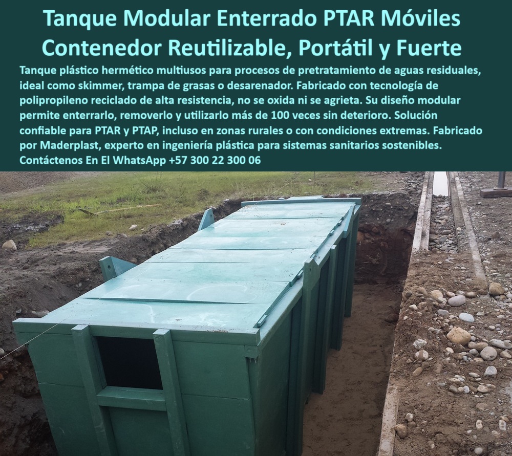 Tanque Caja Hermética Anticorrosiva PTAR PTAP Skimmer y Desarenador Maderplast Tanque hermético anti-corrosión alta resistencia, - Contenedor enterrado reciclable para PTAR, - Módulo pretratamiento enterrado tipo plug and play, - Tanque plástico resistente enterrado alta durabilidad, - Contenedor-Plástico-Resistente-Enterrado, - Tanque-Desarenador-Hermético, - Trampa grasas plástica para plantas PTAR, - Comparativa entre tanques enterrados plásticos y metálicos para pretratamiento de aguas residuales, - Trampa-grasas-desarenador-plástico-industrial, - Tanque reutilizable PTAP sin mantenimiento, - Tanque enterrado portátil fácil transporte, - Alternativas de bajo mantenimiento para módulos enterrados de pretratamiento en condiciones extremas, - Caja-Hermética-Modular, - Módulo-Pretratamiento-Reutilizable, - Contenedor plástico enterrado reutilizable, - Solución compacta modular plantas tratamiento, - Trampa-Grasas-Plástica-Sustentable, - Tanque plástico enterrado tipo caja hermética para pretratamiento en PTAR y PTAP – Skimmer, trampa de grasas y desarenador modular Maderplast, - Caja plástica hermética reutilizable enterrada, - Tanques-Reutilizables-Zonas-Rurales, - Tanque de pretratamiento en polipropileno reciclado, - ¿Qué ventajas tiene una caja hermética plástica frente a un tanque metálico en PTAR?, - Tratamiento-Aguas-Residuos, - Sistema-modular-aguas-residuales-enterable, - Caja-hermetica-polipropileno-reutilizable, - Tanque-plastico-enterrado-tratamiento-aguas, - Tanque-Enterrado-Plastico-PTAR, - Caja enterrada para grasas, arenas y sólidos, - Tecnología modular en plásticos ingeniería, - Modulo-pretratamiento-skimmer-desarenador, - Tanques modulares para zonas rurales, - Tanque-enterrado-sin-mantenimiento-larga-vida, - Tanque desarenador enterrado mantenimiento cero, - Tanque-plastico-multiuso-tratamiento-aguas, - Descripción Optimizada de la Imagen: "Descubra el tanque enterrado hermético Maderplast, una solución plástica modular diseñada para revolucionar el pretratamiento de aguas residuales en PTAR y PTAP. Esta imagen muestra una caja hermética de polipropileno reciclado, instalada en obra, ideal como skimmer, trampa de grasas o desarenador. Su estructura anticorrosiva y libre de mantenimiento está pensada para resistir ambientes extremos, zonas rurales o sistemas móviles. Con diseño reutilizable, puede ser removido y reinstalado más de 100 veces sin pérdida de integridad estructural. A diferencia de los tanques metálicos, este módulo no se oxida, no se agrieta y no requiere pintura. Contribuye a sistemas sostenibles gracias a su bajo impacto ambiental y alta durabilidad. Maderplast le ofrece una solución lista para enterrar, operar y durar. ¡Contáctenos para más información sobre esta tecnología de punta en plásticos de ingeniería!", - Skimmer plástico resistente para aguas residuales, - Skimmer-Plástico-Sin-Corrosión, - Sistema modular enterrado tratamiento aguas, - ¿Cuánto dura un módulo enterrado de pretratamiento hecho en polipropileno reciclado?, - Artículo validado por ingeniería - Tanque enterrado plástico tratamiento aguas, - ¿Dónde consigo un tanque plástico enterrado para tratamiento de aguas residuales?, - Tanque modular PTAR pretratamiento residuos, - Buscar soluciones portátiles, enterrables y reutilizables para sistemas de tratamiento de aguas sostenibles, - ¿Puedo reutilizar un tanque plástico para varias instalaciones de tratamiento ?, asesoría para compra técnica, Tanque-PTAR-movil-portatil-modular, - Tanque-plastico-zonas-rurales-enterrado, - Soluciones plásticas enterradas tratamiento aguas, - Desarenador plástico enterrado sin oxidación, - Pretratamiento aguas residuales caja enterrada, - ¿Qué tipo de tanque enterrado sirve como desarenador, skimmer y trampa de grasas ?, ficha técnica profesional, Alternativa sostenible a tanques metálicos, - Contenedor-plástico-reciclado-alta-resistencia, - Tanque portátil hermético resistente químicos, - Solución-PTAR-Móvil-Portable, - Recomendación de tanque plástico enterrado multifunción para plantas PTAR móviles en zonas rurales, - Tanques modulares reutilizables tipo skimmer, - Especificaciones técnicas de tanques modulares enterrados para trampa de grasas y desarenado. 0 proceso de tratamiento de aguas residuales. Puede funcionar como desarenador, skimmer, trampa de grasas o módulo de pretratamiento en plantas PTAR PTAP Tanque Caja Hermética Anticorrosiva PTAR PTAP Skimmer y Desarenador Maderplast 0 proceso de tratamiento de aguas residuales. Puede funcionar como desarenador skimmer trampa de grasas o módulo de pretratamiento en plantas PTAR PTAP Tanque hermético anti-corrosión alta resistencia, - Contenedor enterrado reciclable para PTAR, - Módulo pretratamiento enterrado tipo plug and play, - Tanque plástico resistente enterrado alta durabilidad, - Contenedor-Plástico-Resistente-Enterrado, - Tanque-Desarenador-Hermético, - Trampa grasas plástica para plantas PTAR, - Comparativa entre tanques enterrados plásticos y metálicos para pretratamiento de aguas residuales, - Trampa-grasas-desarenador-plástico-industrial, - Tanque reutilizable PTAP sin mantenimiento, - Tanque enterrado portátil fácil transporte, - Alternativas de bajo mantenimiento para módulos enterrados de pretratamiento en condiciones extremas, - Caja-Hermética-Modular, - Módulo-Pretratamiento-Reutilizable, - Contenedor plástico enterrado reutilizable, - Solución compacta modular plantas tratamiento, - Trampa-Grasas-Plástica-Sustentable, - Tanque plástico enterrado tipo caja hermética para pretratamiento en PTAR y PTAP – Skimmer, trampa de grasas y desarenador modular Maderplast, - Caja plástica hermética reutilizable enterrada, - Tanques-Reutilizables-Zonas-Rurales, - Tanque de pretratamiento en polipropileno reciclado, - ¿Qué ventajas tiene una caja hermética plástica frente a un tanque metálico en PTAR?, - Tratamiento-Aguas-Residuos, - Sistema-modular-aguas-residuales-enterable, - Caja-hermetica-polipropileno-reutilizable, - Tanque-plastico-enterrado-tratamiento-aguas, - Tanque-Enterrado-Plastico-PTAR, - Caja enterrada para grasas, arenas y sólidos, - Tecnología modular en plásticos ingeniería, - Modulo-pretratamiento-skimmer-desarenador, - Tanques modulares para zonas rurales, - Tanque-enterrado-sin-mantenimiento-larga-vida, - Tanque desarenador enterrado mantenimiento cero, - Tanque-plastico-multiuso-tratamiento-aguas, - Descripción Optimizada de la Imagen: "Descubra el tanque enterrado hermético Maderplast, una solución plástica modular diseñada para revolucionar el pretratamiento de aguas residuales en PTAR y PTAP. Esta imagen muestra una caja hermética de polipropileno reciclado, instalada en obra, ideal como skimmer, trampa de grasas o desarenador. Su estructura anticorrosiva y libre de mantenimiento está pensada para resistir ambientes extremos, zonas rurales o sistemas móviles. Con diseño reutilizable, puede ser removido y reinstalado más de 100 veces sin pérdida de integridad estructural. A diferencia de los tanques metálicos, este módulo no se oxida, no se agrieta y no requiere pintura. Contribuye a sistemas sostenibles gracias a su bajo impacto ambiental y alta durabilidad. Maderplast le ofrece una solución lista para enterrar, operar y durar. ¡Contáctenos para más información sobre esta tecnología de punta en plásticos de ingeniería!", - Skimmer plástico resistente para aguas residuales, - Skimmer-Plástico-Sin-Corrosión, - Sistema modular enterrado tratamiento aguas, - ¿Cuánto dura un módulo enterrado de pretratamiento hecho en polipropileno reciclado?, - Artículo validado por ingeniería - Tanque enterrado plástico tratamiento aguas, - ¿Dónde consigo un tanque plástico enterrado para tratamiento de aguas residuales?, - Tanque modular PTAR pretratamiento residuos, - Buscar soluciones portátiles, enterrables y reutilizables para sistemas de tratamiento de aguas sostenibles, - ¿Puedo reutilizar un tanque plástico para varias instalaciones de tratamiento ?, asesoría para compra técnica, Tanque-PTAR-movil-portatil-modular, - Tanque-plastico-zonas-rurales-enterrado, - Soluciones plásticas enterradas tratamiento aguas, - Desarenador plástico enterrado sin oxidación, - Pretratamiento aguas residuales caja enterrada, - ¿Qué tipo de tanque enterrado sirve como desarenador, skimmer y trampa de grasas ?, ficha técnica profesional, Alternativa sostenible a tanques metálicos, - Contenedor-plástico-reciclado-alta-resistencia, - Tanque portátil hermético resistente químicos, - Solución-PTAR-Móvil-Portable, - Recomendación de tanque plástico enterrado multifunción para plantas PTAR móviles en zonas rurales, - Tanques modulares reutilizables tipo skimmer, - Especificaciones técnicas de tanques modulares enterrados para trampa de grasas y desarenado. 0 Tanque Caja Hermética Anticorrosiva PTAR PTAP Skimmer y Desarenador Maderplast 0 proceso de tratamiento de aguas residuales. Puede funcionar como desarenador, skimmer, trampa de grasas o módulo de pretratamiento en plantas PTAR PTAP