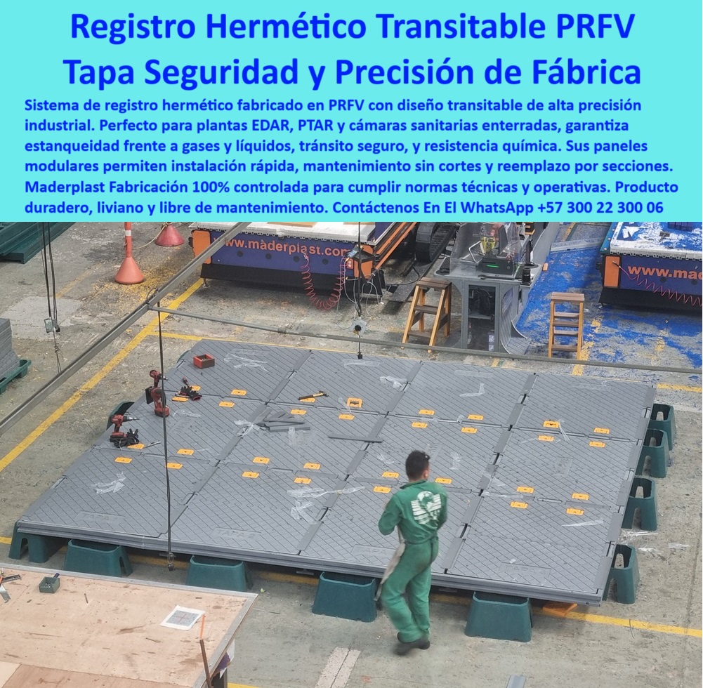 Tapa De Acceso Áreas Cubiertas Hermética Transitable Tanques Ptap Ptar Maderplast sistema de registro hermético modular de alta precisión, - cubiertas transitables resistentes para zonas de tratamiento de aguas, - tapas herméticas reforzadas para zonas críticas industriales, - sistemas de tránsito seguro con tapas herméticas de polipropileno, - paneles estancos transitables para plantas industriales, - plataformas plásticas para entornos industriales exigentes, - sistemas de cubrimiento plásticos para cámaras sanitarias, - plataformas industriales modulares de tránsito seguro, - tapas-transitables-para-plantas, - sistemas de sellado de cámaras técnicas con PRFV, - plataformas transitables modulares para infraestructura industrial, - panel estanco transitable en PRFV, - ¿Dónde venden sistemas de registro hermético para cámaras industriales?, - plataformas plásticas de acceso seguro para plantas de tratamiento, - Cubiertas modulares transitables en PRFV para PTAR, - cubiertas plásticas industriales de alta precisión para plantas, - sistemas-de-recubrimiento-industrial, - paneles-estancos-industriales, - soluciones-de-sellado-plástico, - acceso-industrial-seguro, - Estas cubiertas transitables garantizan un sellado total contra líquidos, gases y agentes químicos, asegurando además un tránsito peatonal seguro en zonas de alta exigencia operativa. Los paneles modulares de acceso fabricados por Maderplast permiten instalación rápida, mantenimiento por secciones y reemplazo sencillo sin cortes ni soldaduras. Gracias a su estructura liviana, de alta resistencia y completamente libre de mantenimiento, representan la mejor opción frente a materiales tradicionales como el acero o el concreto. Con precisión de fábrica y cumplimiento de las normas más estrictas, Maderplast ofrece soluciones de acceso y sellado que combinan durabilidad, eficiencia y seguridad para infraestructura industrial moderna, - tapas de inspección hermética de alta resistencia química, - ¿Qué sistema de cubrimiento hermético modular sirve para DAR ?, asesoría para compra técnica, plataformas modulares de acceso para inspección técnica, - ¿Dónde consigo tapas de PRFV resistentes a químicos y líquidos?, - sistemas de inspección técnica con cubiertas plásticas, - cubiertas-modulares-industriales, - sistema de registro hermético transitable para cámaras técnicas, - cubiertas plásticas anticorrosivas para plantas PTAR, - Tapas de acceso herméticas de alta resistencia para plantas EDAR, - cubrimiento modular PRFV resistente a químicos y líquidos, - cubrimiento industrial estanco en polímero reforzado, - cubiertas modulares visibles para mantenimiento industrial, - sistemas de acceso hermético para cámaras sanitarias, - Descripción Optimizada de la Imagen: La imagen muestra el ensamblaje de un sistema de registro hermético modular fabricado en PRFV por Maderplast, diseñado para plantas EDAR, PTAR y cámaras sanitarias industriales, - ¿Cuál es el mejor panel estanco para cámaras de plantas de tratamiento?, - Sistemas de sellado plástico hermético para infraestructura de tratamiento de aguas, - tapas de polipropileno reforzado anticorrosivas, - plataformas-de-acceso-hermético, - cubiertas herméticas visibles para inspección técnica, - registro-hermético-maderplast, - Sistema de registro hermético transitable para zonas industriales, - tapas de acceso hermético en PRFV para plantas EDAR, - ¿Qué tapa plástica transitable es ideal para plantas de tratamiento?, - sistema de cubrimiento hermético para cámaras industriales, - soluciones de acceso industrial duraderas y libres de mantenimiento, - cubiertas-transitables-prfv, - tapas transitables resistentes a líquidos y químicos, - Paneles plásticos estancos para cámaras sanitarias industriales, - tapas plásticas modulares resistentes a humedad y químicos, - sistemas de registro modular sin cortes para plantas de aguas, - soluciones de sellado hermético para plantas PTAR y EDAR, - tapas-herméticas-para-ptar, - cubrimiento de alta durabilidad para plantas de tratamiento, - tapas de registro hermético para cámaras enterradas industriales, - cubiertas industriales visibles para zonas de tratamiento, - tapas industriales livianas de acceso rápido 0 sistema-de-registro-hermético-maderplast, - sistema de registro hermético para EDAR, - cubiertas-transitables-prfv-ptar, - panel estanco para cámara Tapa De Acceso Áreas Cubiertas Hermética Transitable Tanques Ptap Ptar Maderplast 0 sistema de registro hermético maderplast sistema de registro hermético para EDAR cubiertas transitables prfv ptar panel estanco para cámara sistema de registro hermético modular de alta precisión, - cubiertas transitables resistentes para zonas de tratamiento de aguas, - tapas herméticas reforzadas para zonas críticas industriales, - sistemas de tránsito seguro con tapas herméticas de polipropileno, - paneles estancos transitables para plantas industriales, - plataformas plásticas para entornos industriales exigentes, - sistemas de cubrimiento plásticos para cámaras sanitarias, - plataformas industriales modulares de tránsito seguro, - tapas-transitables-para-plantas, - sistemas de sellado de cámaras técnicas con PRFV, - plataformas transitables modulares para infraestructura industrial, - panel estanco transitable en PRFV, - ¿Dónde venden sistemas de registro hermético para cámaras industriales?, - plataformas plásticas de acceso seguro para plantas de tratamiento, - Cubiertas modulares transitables en PRFV para PTAR, - cubiertas plásticas industriales de alta precisión para plantas, - sistemas-de-recubrimiento-industrial, - paneles-estancos-industriales, - soluciones-de-sellado-plástico, - acceso-industrial-seguro, - Estas cubiertas transitables garantizan un sellado total contra líquidos, gases y agentes químicos, asegurando además un tránsito peatonal seguro en zonas de alta exigencia operativa. Los paneles modulares de acceso fabricados por Maderplast permiten instalación rápida, mantenimiento por secciones y reemplazo sencillo sin cortes ni soldaduras. Gracias a su estructura liviana, de alta resistencia y completamente libre de mantenimiento, representan la mejor opción frente a materiales tradicionales como el acero o el concreto. Con precisión de fábrica y cumplimiento de las normas más estrictas, Maderplast ofrece soluciones de acceso y sellado que combinan durabilidad, eficiencia y seguridad para infraestructura industrial moderna, - tapas de inspección hermética de alta resistencia química, - ¿Qué sistema de cubrimiento hermético modular sirve para DAR ?, asesoría para compra técnica, plataformas modulares de acceso para inspección técnica, - ¿Dónde consigo tapas de PRFV resistentes a químicos y líquidos?, - sistemas de inspección técnica con cubiertas plásticas, - cubiertas-modulares-industriales, - sistema de registro hermético transitable para cámaras técnicas, - cubiertas plásticas anticorrosivas para plantas PTAR, - Tapas de acceso herméticas de alta resistencia para plantas EDAR, - cubrimiento modular PRFV resistente a químicos y líquidos, - cubrimiento industrial estanco en polímero reforzado, - cubiertas modulares visibles para mantenimiento industrial, - sistemas de acceso hermético para cámaras sanitarias, - Descripción Optimizada de la Imagen: La imagen muestra el ensamblaje de un sistema de registro hermético modular fabricado en PRFV por Maderplast, diseñado para plantas EDAR, PTAR y cámaras sanitarias industriales, - ¿Cuál es el mejor panel estanco para cámaras de plantas de tratamiento?, - Sistemas de sellado plástico hermético para infraestructura de tratamiento de aguas, - tapas de polipropileno reforzado anticorrosivas, - plataformas-de-acceso-hermético, - cubiertas herméticas visibles para inspección técnica, - registro-hermético-maderplast, - Sistema de registro hermético transitable para zonas industriales, - tapas de acceso hermético en PRFV para plantas EDAR, - ¿Qué tapa plástica transitable es ideal para plantas de tratamiento?, - sistema de cubrimiento hermético para cámaras industriales, - soluciones de acceso industrial duraderas y libres de mantenimiento, - cubiertas-transitables-prfv, - tapas transitables resistentes a líquidos y químicos, - Paneles plásticos estancos para cámaras sanitarias industriales, - tapas plásticas modulares resistentes a humedad y químicos, - sistemas de registro modular sin cortes para plantas de aguas, - soluciones de sellado hermético para plantas PTAR y EDAR, - tapas-herméticas-para-ptar, - cubrimiento de alta durabilidad para plantas de tratamiento, - tapas de registro hermético para cámaras enterradas industriales, - cubiertas industriales visibles para zonas de tratamiento, - tapas industriales livianas de acceso rápido 0 Tapa De Acceso Áreas Cubiertas Hermética Transitable Tanques Ptap Ptar Maderplast 0 sistema-de-registro-hermético-maderplast, - sistema de registro hermético para EDAR, - cubiertas-transitables-prfv-ptar, - panel estanco para cámara