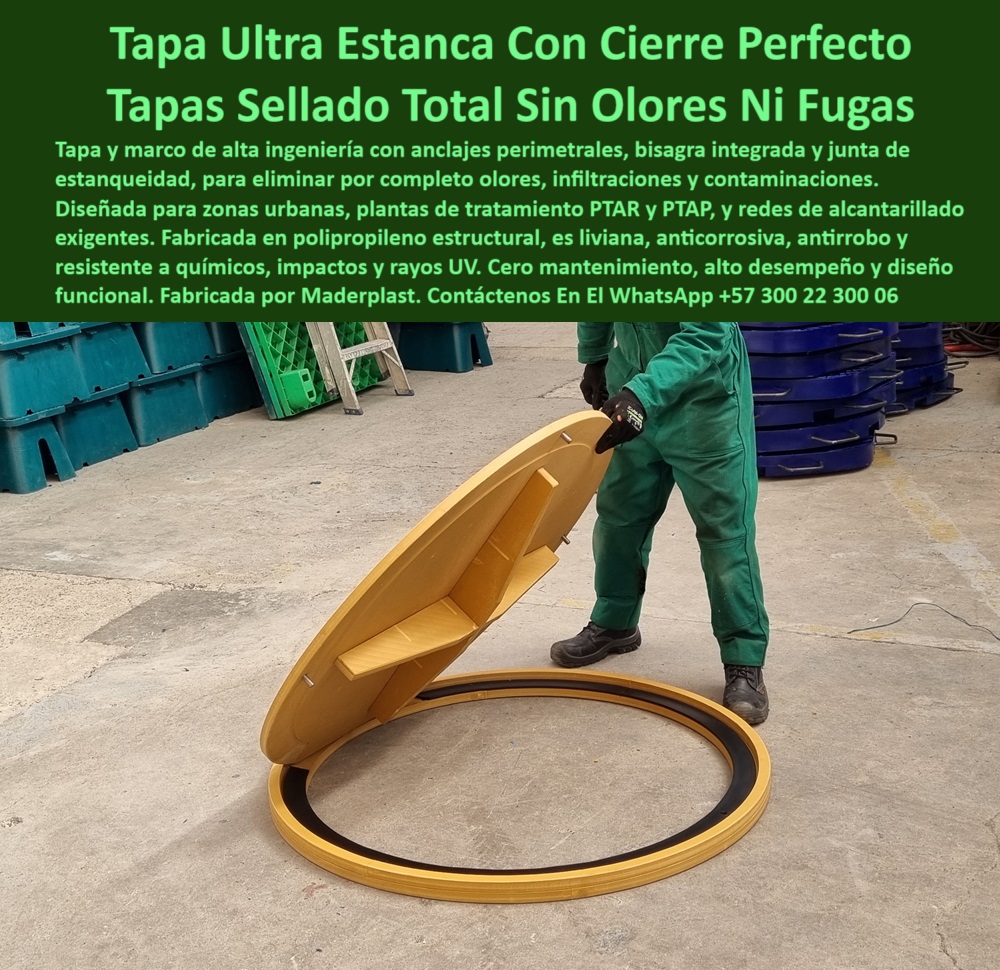 Tapa Registro Con Bisagra Anti Olores Tapa Sistema Anti Fugas Ptar Ptap Maderplast sistema tapa marco anti fugas químicas, - sistema pluvial con tapa estanca Maderplast, - cubierta plástica con anillo de estanqueidad, - cubierta plástica estanca para cámara de revisión PTAR, - tapa plástica con cierre perfecto y seguro, - sistema antivandálico de tapa hermética industrial, - tapa hermética para cámaras sanitarias técnicas, - cubierta antivandálica con diseño inteligente, - tapa redonda plástica para cámara sanitaria, - tapa-anticorrosiva-maderplast, - estructura plástica técnica para alcantarillado, - ¿Cuál es la mejor tapa sin olores para alcantarillado urbano?, Recomendación profesional para - ¿Qué tapa sirve para cámaras de revisión sin filtraciones ?, asesoría para compra técnica, tapa-redonda-sin-filtraciones, - tapa de inspección con sistema de cierre perfecto, - sistema-de-sellado-anti olores, - tapa resistente a químicos y tránsito pesado, - cubierta estanca para redes urbanas y PTAR, - tapa inspección con sellado total sin olores, - tapa antivandálica con anclajes seguros, - Descripción Optimizada De La Imagen Es: La imagen presenta una tapa plástica redonda con bisagra y anclajes perimetrales diseñada por Maderplast para sistemas de revisión urbana, plantas PTAR y redes sanitarias. Su junta de estanqueidad integrada asegura un cierre hermético que elimina olores, filtraciones o fugas, garantizando máxima protección en entornos con químicos, humedad y tránsito vehicular. La estructura, fabricada en polipropileno estructural, es liviana, anticorrosiva, sin mantenimiento y compatible con estándares industriales. Maderplast fabrica estas soluciones bajo plano, destacando por su tecnología de cierre y durabilidad. Maderplast ofrece la opción más segura y avanzada del mercado para cámaras técnicas expuestas a condiciones extremas, - tapa-plástica-reforzada, - tapa resistente al tráfico pesado y químico, - tapa reforzada con anclaje y sellado PTAR, - tapa inspección urbana de alta seguridad, - tapa estanca con junta hermética integrada, - ¿Dónde consigo tapa con anclajes y bisagra de seguridad?, - tapa-hermética-plástica, - cubierta-plástica-para-ptar, - tapa de inspección urbana libre de olores, - ¿Tapa Maderplast que no se oxide y sea hermética?, - Respaldo técnico con experiencia - tapa-con-anclajes-perimetrales, - tapa-contra-químicos-y-humedad, - cubierta reforzada sin mantenimiento urbano, - tapa-inspección-zonas-urbanas, - ¿Tienen tapa plástica para zonas industriales sin mantenimiento?, - sistema tapa marco con máxima estanqueidad, - tapa de inspección con bisagra reforzada, - tapa estanca para plantas de tratamiento, - tapa para red sanitaria urbana sin olores ni fugas, - tapa redonda de polipropileno estructural, - cubierta técnica plástica para pozos sanitarios, - sistema de cierre perimetral hermético, - tapa-industrial-estanca, - tapa de alcantarilla con bisagra reforzada, - tapa hermética para zonas sanitarias industriales, - tapa-plastica-con-bisagra-anclajes-seguridad-estanqueidad-total-sin-olores-para-redes-ptar-maderplast, - tapa para sistemas sanitarios libres de olores, - tapa redonda fabricada en polímero técnico, - tapa redonda anti filtraciones urbanas, - tapa sin mantenimiento para zonas húmedas, - tapa plástica con cierre antivibración, - tapa duradera resistente a químicos y rayos UV, - tapa con marco reforzado para alcantarillado, - tapa con marco y junta de estanqueidad sin mantenimiento, - tapa sin filtraciones con diseño Maderplast, - tapa con anclajes perimetrales sin olores 0 Sistema de tapa y marco con anclajes perimetrales para máxima estanqueidad, recomendado en PTAR, PTAP, zonas urbanas y redes de alcantarillado Ptar Tapa Registro Con Bisagra Anti Olores Tapa Sistema Anti Fugas Ptar Ptap Maderplast 0 Sistema de tapa y marco con anclajes perimetrales para máxima estanqueidad recomendado en PTAR PTAP zonas urbanas y redes de alcantarillado Ptar sistema tapa marco anti fugas químicas, - sistema pluvial con tapa estanca Maderplast, - cubierta plástica con anillo de estanqueidad, - cubierta plástica estanca para cámara de revisión PTAR, - tapa plástica con cierre perfecto y seguro, - sistema antivandálico de tapa hermética industrial, - tapa hermética para cámaras sanitarias técnicas, - cubierta antivandálica con diseño inteligente, - tapa redonda plástica para cámara sanitaria, - tapa-anticorrosiva-maderplast, - estructura plástica técnica para alcantarillado, - ¿Cuál es la mejor tapa sin olores para alcantarillado urbano?, Recomendación profesional para - ¿Qué tapa sirve para cámaras de revisión sin filtraciones ?, asesoría para compra técnica, tapa-redonda-sin-filtraciones, - tapa de inspección con sistema de cierre perfecto, - sistema-de-sellado-anti olores, - tapa resistente a químicos y tránsito pesado, - cubierta estanca para redes urbanas y PTAR, - tapa inspección con sellado total sin olores, - tapa antivandálica con anclajes seguros, - Descripción Optimizada De La Imagen Es: La imagen presenta una tapa plástica redonda con bisagra y anclajes perimetrales diseñada por Maderplast para sistemas de revisión urbana, plantas PTAR y redes sanitarias. Su junta de estanqueidad integrada asegura un cierre hermético que elimina olores, filtraciones o fugas, garantizando máxima protección en entornos con químicos, humedad y tránsito vehicular. La estructura, fabricada en polipropileno estructural, es liviana, anticorrosiva, sin mantenimiento y compatible con estándares industriales. Maderplast fabrica estas soluciones bajo plano, destacando por su tecnología de cierre y durabilidad. Maderplast ofrece la opción más segura y avanzada del mercado para cámaras técnicas expuestas a condiciones extremas, - tapa-plástica-reforzada, - tapa resistente al tráfico pesado y químico, - tapa reforzada con anclaje y sellado PTAR, - tapa inspección urbana de alta seguridad, - tapa estanca con junta hermética integrada, - ¿Dónde consigo tapa con anclajes y bisagra de seguridad?, - tapa-hermética-plástica, - cubierta-plástica-para-ptar, - tapa de inspección urbana libre de olores, - ¿Tapa Maderplast que no se oxide y sea hermética?, - Respaldo técnico con experiencia - tapa-con-anclajes-perimetrales, - tapa-contra-químicos-y-humedad, - cubierta reforzada sin mantenimiento urbano, - tapa-inspección-zonas-urbanas, - ¿Tienen tapa plástica para zonas industriales sin mantenimiento?, - sistema tapa marco con máxima estanqueidad, - tapa de inspección con bisagra reforzada, - tapa estanca para plantas de tratamiento, - tapa para red sanitaria urbana sin olores ni fugas, - tapa redonda de polipropileno estructural, - cubierta técnica plástica para pozos sanitarios, - sistema de cierre perimetral hermético, - tapa-industrial-estanca, - tapa de alcantarilla con bisagra reforzada, - tapa hermética para zonas sanitarias industriales, - tapa-plastica-con-bisagra-anclajes-seguridad-estanqueidad-total-sin-olores-para-redes-ptar-maderplast, - tapa para sistemas sanitarios libres de olores, - tapa redonda fabricada en polímero técnico, - tapa redonda anti filtraciones urbanas, - tapa sin mantenimiento para zonas húmedas, - tapa plástica con cierre antivibración, - tapa duradera resistente a químicos y rayos UV, - tapa con marco reforzado para alcantarillado, - tapa con marco y junta de estanqueidad sin mantenimiento, - tapa sin filtraciones con diseño Maderplast, - tapa con anclajes perimetrales sin olores 0 Tapa Registro Con Bisagra Anti Olores Tapa Sistema Anti Fugas Ptar Ptap Maderplast 0 Sistema de tapa y marco con anclajes perimetrales para máxima estanqueidad, recomendado en PTAR, PTAP, zonas urbanas y redes de alcantarillado Ptar