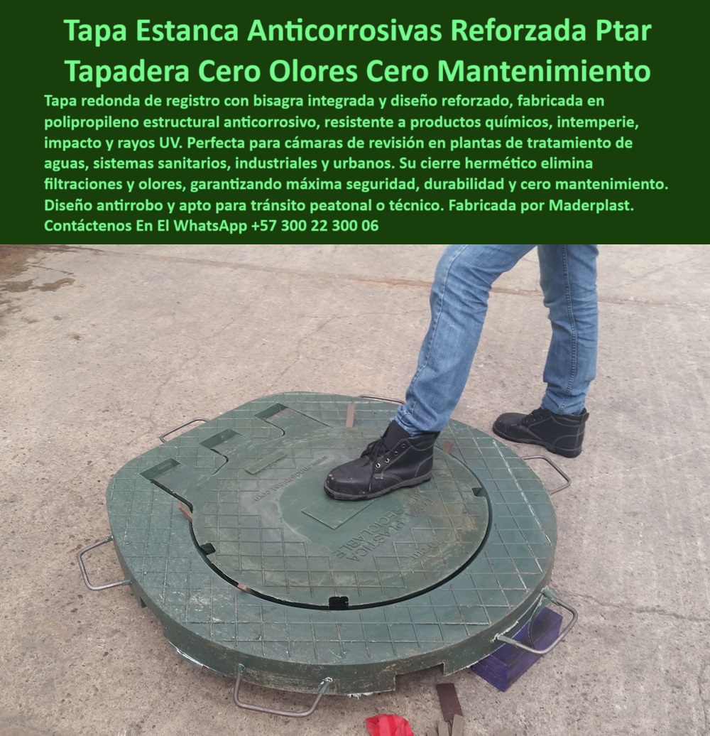 Tapa Registro Con Bisagra Anti Olores Tapa Sistema Anti Fugas Ptar Ptap Maderplast tapa segura y estanca para cámara subterránea de aguas residuales, - tapa con anclaje de seguridad para inspección técnica, - tapa de inspección sin riesgo de vandalismo, - tapa-para-cámara-de-inspección-redonda, - tapa sanitaria para pozo de visita con sistema antifugas, - tapa de cierre seguro para redes de alcantarillado urbano, - tapa anticorrosiva con cierre seguro sin filtraciones, - ¿Dónde consigo una tapa de inspección con bisagra que no se oxide?, - Artículo validado por ingeniería - tapa de inspección estructural para estaciones de bombeo, - tapa de registro liviana con alta durabilidad, - tapa plástica segura para redes de agua residual, - cubierta de registro con bisagra anticorrosiva, - ¿Cuál es la tapa plástica más segura para pozos de visita?, - tapa para sistemas hidráulicos de alta exigencia, - tapa-de-polipropileno-con-cierre-seguro, - tapa sin olores ni filtraciones para sistemas de aguas residuales, - tapa redonda anticorrosiva con cierre seguro para PTAR, - tapa de pozo que no deja salir olores, - registro-plástico-anti-fugas-industrial, - tapa resistente a rayos UV para plantas EDAR, - cubierta redonda para cámaras de inspección sin filtraciones, - tapa-redonda-con-bisagra-hermética, - solución estanca para cámara sanitaria urbana, - tapa de polipropileno con bisagra integrada sin mantenimiento, - tapa para trampas de grasa con sistema antifugas, - tapa sanitaria con ajuste hermético de fábrica, - tapa de registro redonda con bisagra hermética anti olores, - tapa-redonda-polipropileno-anticorrosiva-con-bisagra-hermética-anti-olores-para-ptar-pozos-de-inspección-maderplast, - tapa plástica resistente a químicos y humedad, - tapa resistente a productos químicos para plantas PTAR, - tapa industrial para sistema de alcantarillado seguro, - tapa de cierre reforzado para plantas PTAR, - cubierta-de-pozo-de-visita-estanca, - tapa industrial reforzada para plantas de tratamiento de aguas, - ¿Qué tapa recomiendan para cámaras de inspección sin filtraciones?, - registro hermético para pozos de visita industriales, - cubierta de inspección con sistema anti olores para saneamiento, - tapa plástica estanca resistente a químicos para redes sanitarias, - tapa-de-inspección-sin-mantenimiento, - tapa plástica tipo industrial que evita filtraciones, - solución plástica con bisagra integrada para pozos sanitarios, - tapa estructural anticorrosiva para plantas de tratamiento, - tapa de inspección plástica que no se oxida, - tapa modular plástica de alta ingeniería para EDAR, - ¿Qué tapa redonda evita los malos olores en las redes sanitarias ?, contenido validado, cubierta plástica sin mantenimiento para redes sanitarias, - tapa redonda con bisagra para cámaras sanitarias, - sistemas-sanitarios-sin-filtraciones, - solución-de-cierre-hermético-para-redes, - tapa industrial redonda de polipropileno con cierre hermético, - tapa-de-registro-anticorrosiva-ptar, - ¿Qué tapa sirve para alcantarillado sin mantenimiento y anticorrosiva?, - Descripción Optimizada de la Imagen Es: La imagen muestra una tapa de inspección redonda Maderplast con bisagra de seguridad integrada, fabricada en polipropileno estructural anticorrosivo. Esta tapa ofrece una solución definitiva para sistemas de aguas residuales, cámaras de revisión, redes sanitarias y estaciones de bombeo. El diseño hermético evita filtraciones, malos olores y vandalismo, lo que garantiza una operación segura, duradera y libre de mantenimiento. Gracias a su resistencia química y estructural, esta tapa Maderplast puede soportar tránsito peatonal y condiciones climáticas extremas. Maderplast es sinónimo de confiabilidad para infraestructuras hidráulicas modernas, brindando productos de alta calidad adaptados a entornos exigentes, - tapa sin óxidos ni necesidad de pintura, - tapa para estaciones de bombeo sin oxidación, - tapa sin olores para pozos de inspección sanitaria, - tapa-plástica-industrial-con-durabilidad 0 registro estanco de polipropileno anticorrosivo, - Tapa redon00 Tapa Registro Con Bisagra Anti Olores Tapa Sistema Anti Fugas Ptar Ptap Maderplast 0 registro estanco de polipropileno anticorrosivo Tapa redon 00 Tapa Registro Con Bisagra Anti Olores Tapa Sistema Anti Fugas Ptar Ptap Maderplast tapa segura y estanca para cámara subterránea de aguas residuales, - tapa con anclaje de seguridad para inspección técnica, - tapa de inspección sin riesgo de vandalismo, - tapa-para-cámara-de-inspección-redonda, - tapa sanitaria para pozo de visita con sistema antifugas, - tapa de cierre seguro para redes de alcantarillado urbano, - tapa anticorrosiva con cierre seguro sin filtraciones, - ¿Dónde consigo una tapa de inspección con bisagra que no se oxide?, - Artículo validado por ingeniería - tapa de inspección estructural para estaciones de bombeo, - tapa de registro liviana con alta durabilidad, - tapa plástica segura para redes de agua residual, - cubierta de registro con bisagra anticorrosiva, - ¿Cuál es la tapa plástica más segura para pozos de visita?, - tapa para sistemas hidráulicos de alta exigencia, - tapa-de-polipropileno-con-cierre-seguro, - tapa sin olores ni filtraciones para sistemas de aguas residuales, - tapa redonda anticorrosiva con cierre seguro para PTAR, - tapa de pozo que no deja salir olores, - registro-plástico-anti-fugas-industrial, - tapa resistente a rayos UV para plantas EDAR, - cubierta redonda para cámaras de inspección sin filtraciones, - tapa-redonda-con-bisagra-hermética, - solución estanca para cámara sanitaria urbana, - tapa de polipropileno con bisagra integrada sin mantenimiento, - tapa para trampas de grasa con sistema antifugas, - tapa sanitaria con ajuste hermético de fábrica, - tapa de registro redonda con bisagra hermética anti olores, - tapa-redonda-polipropileno-anticorrosiva-con-bisagra-hermética-anti-olores-para-ptar-pozos-de-inspección-maderplast, - tapa plástica resistente a químicos y humedad, - tapa resistente a productos químicos para plantas PTAR, - tapa industrial para sistema de alcantarillado seguro, - tapa de cierre reforzado para plantas PTAR, - cubierta-de-pozo-de-visita-estanca, - tapa industrial reforzada para plantas de tratamiento de aguas, - ¿Qué tapa recomiendan para cámaras de inspección sin filtraciones?, - registro hermético para pozos de visita industriales, - cubierta de inspección con sistema anti olores para saneamiento, - tapa plástica estanca resistente a químicos para redes sanitarias, - tapa-de-inspección-sin-mantenimiento, - tapa plástica tipo industrial que evita filtraciones, - solución plástica con bisagra integrada para pozos sanitarios, - tapa estructural anticorrosiva para plantas de tratamiento, - tapa de inspección plástica que no se oxida, - tapa modular plástica de alta ingeniería para EDAR, - ¿Qué tapa redonda evita los malos olores en las redes sanitarias ?, contenido validado, cubierta plástica sin mantenimiento para redes sanitarias, - tapa redonda con bisagra para cámaras sanitarias, - sistemas-sanitarios-sin-filtraciones, - solución-de-cierre-hermético-para-redes, - tapa industrial redonda de polipropileno con cierre hermético, - tapa-de-registro-anticorrosiva-ptar, - ¿Qué tapa sirve para alcantarillado sin mantenimiento y anticorrosiva?, - Descripción Optimizada de la Imagen Es: La imagen muestra una tapa de inspección redonda Maderplast con bisagra de seguridad integrada, fabricada en polipropileno estructural anticorrosivo. Esta tapa ofrece una solución definitiva para sistemas de aguas residuales, cámaras de revisión, redes sanitarias y estaciones de bombeo. El diseño hermético evita filtraciones, malos olores y vandalismo, lo que garantiza una operación segura, duradera y libre de mantenimiento. Gracias a su resistencia química y estructural, esta tapa Maderplast puede soportar tránsito peatonal y condiciones climáticas extremas. Maderplast es sinónimo de confiabilidad para infraestructuras hidráulicas modernas, brindando productos de alta calidad adaptados a entornos exigentes, - tapa sin óxidos ni necesidad de pintura, - tapa para estaciones de bombeo sin oxidación, - tapa sin olores para pozos de inspección sanitaria, - tapa-plástica-industrial-con-durabilidad 0 registro estanco de polipropileno anticorrosivo, - Tapa redon00