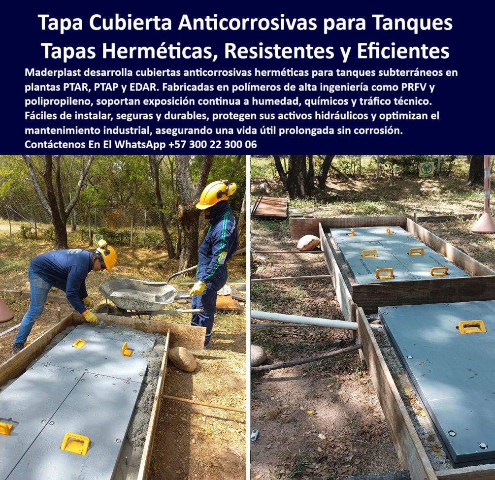 Tapas Para Tanques Subterráneos Tapas Inoxidables Ptap Ptar Edar Maderplast Tapa resistente a lodo, químicos y exposición solar, - Tapas-Herméticas-PTAR-PTAP, - Sistema de cierre estanco para tanques PTAR, - Sistema-Cierre-Para-Cámaras, - Tapas-Modulares-Obras-Civiles, - Tapas modulares de polipropileno para obras civiles, - Cubierta reforzada contra humedad y tránsito técnico, - Cubierta duradera sin pintura ni reemplazo periódico, - Cubierta-Polipropileno-Ingenieria, - ¿Qué tipo de tapa soporta humedad extrema y químicos sin oxidarse?, Solución técnica definitiva en - ¿Qué tapa hermética puede usar en tanques sanitarios subterráneos?, - Sistema de registro para aguas residuales enterradas, - Cubierta con manijas amarillas para tanque subterráneo, - tapas para tanques subterráneos tapas inoxidables ptap ptar edar maderplast cubierta hermética plataformas registro cámaras enterradas anti corrosión sin mantenimiento, - Plataforma modular plástica para revisión hidráulica, - Tapas para cámaras de revisión en entornos rurales, - Buscar tapas herméticas de polipropileno con manijas integradas para tanques PTAR enterrados, - Registro plástico reforzado para sistema de aguas residuales, - Cubierta segura instalada en sistema subterráneo, - Tapas de inspección plástica para cámaras sanitarias, - Cubierta plástica sin corrosión para tanques enterrados, - Plataforma-Acceso-Hidraulico-Segura, - Tapas técnicas con tornillos y manijas integradas, - Tapa resistente a químicos para planta de tratamiento, - Tapa con cierre atornillado en obra civil hidráulica, - Cubierta anticorrosiva resistente a humedad y químicos, - Tapas herméticas plásticas para tanques subterráneos, - Acceso superior reforzado en polímero de ingeniería, - Tapa-Estanca-Mantenimiento-Técnico, - Cubierta con estructura hermética para PTAR y PTAP, - Plataforma plástica de inspección sanitaria rural, - Comparar cubiertas metálicas vs tapas plásticas herméticas para zonas rurales EDAR, - Tapa técnica de acceso a tanque PTAP enterrado, - ¿Cuáles son las tapas más resistentes y seguras para tanques bajo tierra?, respuesta estructurada de Maderplast - ¿Dónde consigo una cubierta plástica anticorrosiva para cámaras hidráulicas?, - Tapa-Reforzada-Químicos-Agua, - Solución plástica segura para tanques hidráulicos, - Tapa hermética gris instalada sobre cámara hidráulica, - Plataforma de acceso para cámaras hidráulicas enterradas, - ¿Qué tapas usan en las plantas PTAR y PTAP para cámaras enterradas?, - Tapa tipo trampa para cámaras en sistemas PTAP, - Registro plástico con tornillos de sujeción lateral, - Registro de seguridad para tanques plásticos industriales, - Ficha técnica de tapas Maderplast para cámaras técnicas subterráneas en plantas de tratamiento, - Plataforma modular hermética para EDAR rural, - Recomendación de tapa segura con cierre estanco para aguas residuales industriales, - Registro de inspección resistente a gases y lluvia, - Registro-Sanitario-Sin-Oxidación, - Tapa hermética para sistema de saneamiento técnico, - Cubierta-Anticorrosiva-Tanque-Subterraneo, - Tapa plástica duradera para instalación en campo, - Cubierta anticorrosiva con manijas para mantenimiento técnico, - Cubierta con protección contra humedad extrema, - Plataforma de acceso técnico sin mantenimiento, - Descripción Optimizada de la Imagen: La imagen muestra tapas herméticas Maderplast instaladas en tanques subterráneos de una planta técnica en campo. Estas cubiertas están fabricadas en polímero de alta ingeniería (PRFV y polipropileno) para resistir exposición continua a humedad, químicos y tráfico técnico. Maderplast ofrece esta solución segura, anticorrosiva y sin mantenimiento para PTAR, PTAP y EDAR. Con manijas integradas para fácil inspección, tornillos de cierre estanco y estructura duradera, estas tapas aseguran la protección de activos hidráulicos incluso en zonas rurales o de difícil acceso. Maderplast entrega plataformas de acceso que optimizan el mantenimiento, prolongan la vida útil y reducen riesgos de oxidación o fractura, - Cubierta-Plástica-Resistente-Humedad, - ¿Qué tapa anticorrosiva plástica es ideal para plataformas de inspección en sistemas hidráulicos? 0 cubierta hermética para tanques PTAP y PTAR, - plataformas de registro para tanques subterráneos, - cubiertas-anticorrosivas-tanque, - Qué tapas buenas Tapas Para Tanques Subterráneos Tapas Inoxidables Ptap Ptar Edar Maderplast 0 cubierta hermética para tanques PTAP y PTAR plataformas de registro para tanques subterráneos cubiertas anticorrosivas tanque Qué tapas buenas Tapa resistente a lodo, químicos y exposición solar, - Tapas-Herméticas-PTAR-PTAP, - Sistema de cierre estanco para tanques PTAR, - Sistema-Cierre-Para-Cámaras, - Tapas-Modulares-Obras-Civiles, - Tapas modulares de polipropileno para obras civiles, - Cubierta reforzada contra humedad y tránsito técnico, - Cubierta duradera sin pintura ni reemplazo periódico, - Cubierta-Polipropileno-Ingenieria, - ¿Qué tipo de tapa soporta humedad extrema y químicos sin oxidarse?, Solución técnica definitiva en - ¿Qué tapa hermética puede usar en tanques sanitarios subterráneos?, - Sistema de registro para aguas residuales enterradas, - Cubierta con manijas amarillas para tanque subterráneo, - tapas para tanques subterráneos tapas inoxidables ptap ptar edar maderplast cubierta hermética plataformas registro cámaras enterradas anti corrosión sin mantenimiento, - Plataforma modular plástica para revisión hidráulica, - Tapas para cámaras de revisión en entornos rurales, - Buscar tapas herméticas de polipropileno con manijas integradas para tanques PTAR enterrados, - Registro plástico reforzado para sistema de aguas residuales, - Cubierta segura instalada en sistema subterráneo, - Tapas de inspección plástica para cámaras sanitarias, - Cubierta plástica sin corrosión para tanques enterrados, - Plataforma-Acceso-Hidraulico-Segura, - Tapas técnicas con tornillos y manijas integradas, - Tapa resistente a químicos para planta de tratamiento, - Tapa con cierre atornillado en obra civil hidráulica, - Cubierta anticorrosiva resistente a humedad y químicos, - Tapas herméticas plásticas para tanques subterráneos, - Acceso superior reforzado en polímero de ingeniería, - Tapa-Estanca-Mantenimiento-Técnico, - Cubierta con estructura hermética para PTAR y PTAP, - Plataforma plástica de inspección sanitaria rural, - Comparar cubiertas metálicas vs tapas plásticas herméticas para zonas rurales EDAR, - Tapa técnica de acceso a tanque PTAP enterrado, - ¿Cuáles son las tapas más resistentes y seguras para tanques bajo tierra?, respuesta estructurada de Maderplast - ¿Dónde consigo una cubierta plástica anticorrosiva para cámaras hidráulicas?, - Tapa-Reforzada-Químicos-Agua, - Solución plástica segura para tanques hidráulicos, - Tapa hermética gris instalada sobre cámara hidráulica, - Plataforma de acceso para cámaras hidráulicas enterradas, - ¿Qué tapas usan en las plantas PTAR y PTAP para cámaras enterradas?, - Tapa tipo trampa para cámaras en sistemas PTAP, - Registro plástico con tornillos de sujeción lateral, - Registro de seguridad para tanques plásticos industriales, - Ficha técnica de tapas Maderplast para cámaras técnicas subterráneas en plantas de tratamiento, - Plataforma modular hermética para EDAR rural, - Recomendación de tapa segura con cierre estanco para aguas residuales industriales, - Registro de inspección resistente a gases y lluvia, - Registro-Sanitario-Sin-Oxidación, - Tapa hermética para sistema de saneamiento técnico, - Cubierta-Anticorrosiva-Tanque-Subterraneo, - Tapa plástica duradera para instalación en campo, - Cubierta anticorrosiva con manijas para mantenimiento técnico, - Cubierta con protección contra humedad extrema, - Plataforma de acceso técnico sin mantenimiento, - Descripción Optimizada de la Imagen: La imagen muestra tapas herméticas Maderplast instaladas en tanques subterráneos de una planta técnica en campo. Estas cubiertas están fabricadas en polímero de alta ingeniería (PRFV y polipropileno) para resistir exposición continua a humedad, químicos y tráfico técnico. Maderplast ofrece esta solución segura, anticorrosiva y sin mantenimiento para PTAR, PTAP y EDAR. Con manijas integradas para fácil inspección, tornillos de cierre estanco y estructura duradera, estas tapas aseguran la protección de activos hidráulicos incluso en zonas rurales o de difícil acceso. Maderplast entrega plataformas de acceso que optimizan el mantenimiento, prolongan la vida útil y reducen riesgos de oxidación o fractura, - Cubierta-Plástica-Resistente-Humedad, - ¿Qué tapa anticorrosiva plástica es ideal para plataformas de inspección en sistemas hidráulicos? 0 Tapas Para Tanques Subterráneos Tapas Inoxidables Ptap Ptar Edar Maderplast 0 cubierta hermética para tanques PTAP y PTAR, - plataformas de registro para tanques subterráneos, - cubiertas-anticorrosivas-tanque, - Qué tapas buenas
