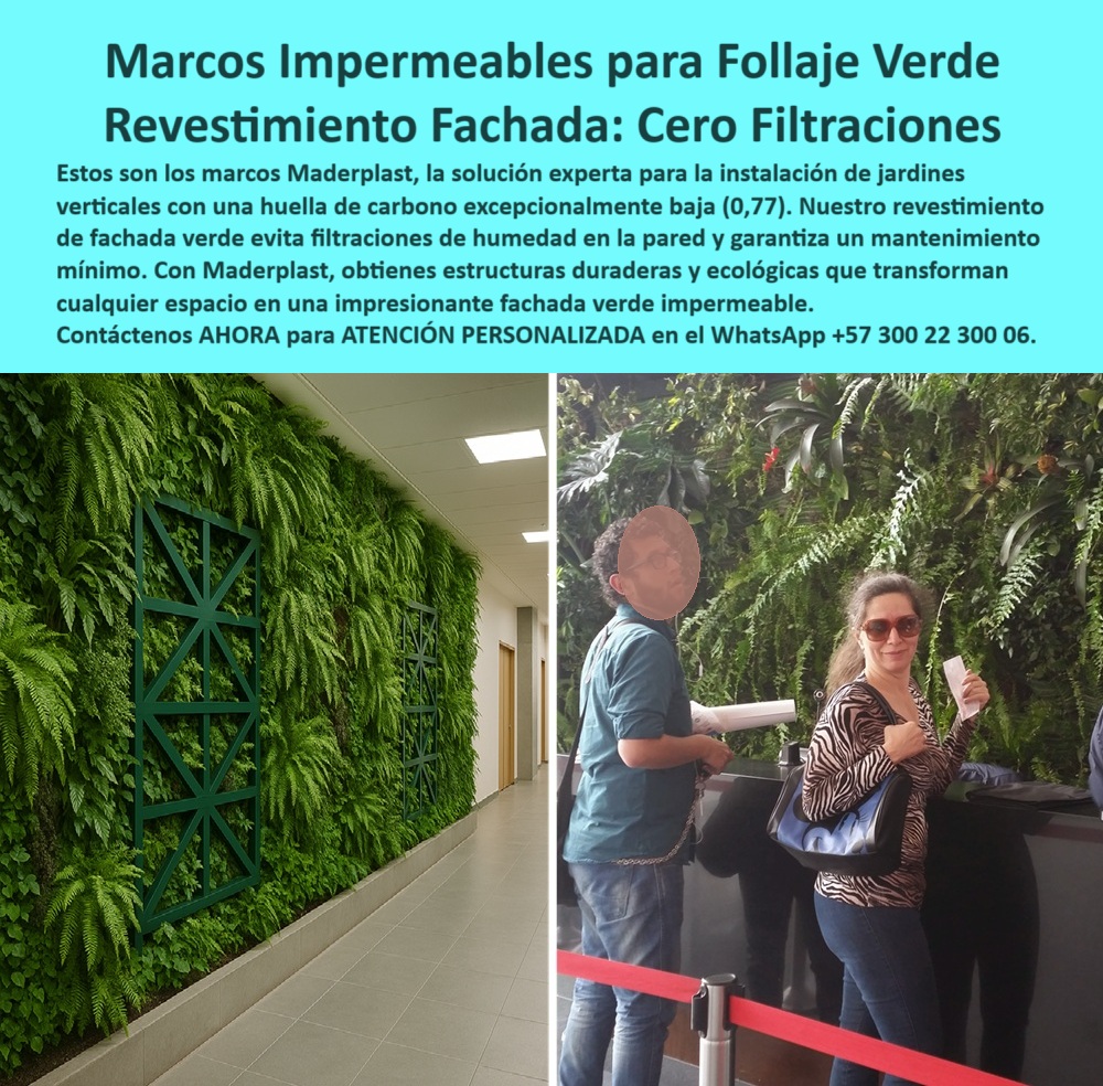 Estructuras Jardines Verticales Muros laminas Impermeables estructurales Maderplast El impacto visual de una fachada verde no solo radica en la vegetación que exhibe, sino en la ingeniería invisible que la sostiene. En este sentido, los marcos impermeables para follaje verde de Maderplast se convierten en el aliado técnico por excelencia para transformar muros comunes en jardines verticales duraderos, estables y libres de filtraciones. Diseñados para aplicaciones exigentes donde la humedad es una preocupación constante, estos sistemas estructurales están fabricados en polímeros reciclados de alta resistencia que no absorben agua, no se deforman con el paso del tiempo y no requieren tratamientos superficiales ni recubrimientos tóxicos, - Una de las características más destacadas de esta tecnología es su huella de carbono ultra baja (0.77), lo que la posiciona como una solución ecológica y responsable en proyectos de arquitectura bioclimática, paisajismo institucional o diseño interior corporativo. A diferencia de otros sistemas que requieren drenajes secundarios, barreras adicionales o selladores periódicos, los marcos de Maderplast son impermeables por naturaleza. Al instalarse sobre muros interiores o fachadas exteriores protegidas, bloquean completamente el paso del agua, evitando así el deterioro de la pintura, el agrietamiento de la pared o la aparición de hongos debido a la condensación o riego, - Cada estructura, lejos de ser un simple soporte, cumple una doble función: es técnica y decorativa. Sus diseños permiten una fijación segura del follaje sin limitar el crecimiento de las plantas ornamentales, creando un efecto visual homogéneo, lleno de volumen y profundidad. En espacios como hospitales, oficinas, centros comerciales o recepciones institucionales, este tipo de revestimiento verde impermeable eleva la experiencia espacial, aportando frescura natural, confort visual y bienestar ambiental, sin comprometer la integridad del inmueble, - Además de su funcionalidad impermeable, el sistema destaca por su facilidad de instalación. No requiere obras húmedas, ni perforaciones agresivas, ni mano de obra especializada en jardinería técnica. Esto permite que incluso en edificios existentes se pueda implementar un muro verde sin alterar la infraestructura original. Todo el sistema está pensado para operar con mantenimiento mínimo, lo que lo convierte en una solución rentable a largo plazo y especialmente atractiva para proyectos que necesitan resultados - Respuesta - s, seguros y duraderos, - En un mundo donde la sostenibilidad ya no es una opción sino una exigencia, los marcos impermeables de Maderplast representan un avance real en materia de infraestructura ecológica. Son soluciones silenciosas pero poderosas, capaces de transformar muros vacíos en paisajes vivos, y fachadas frías en pulmones urbanos de alto valor arquitectónico. No es solo un soporte para plantas: es una estructura de vanguardia que combina ingeniería, diseño y responsabilidad ambiental en una sola pieza, - Instalar un jardín vertical con estos marcos es apostar por una estética funcional, una obra limpia, un resultado profesional. Y más importante aún: es garantizar cero filtraciones, cero deterioro, y una imagen corporativa alineada con los principios de sostenibilidad del siglo XXI, - Asesoría Especializada con un Especialista de Maderplast. Atención personalizada en el WhatsApp +57 300 22 300 06 0 Marcos para follaje huella carbono 0.77 baja, - Revestimiento fachada verde evita filtraciones, bajo mantenimiento Fachadas-Verdes-Impermeables Estructuras Jardines Verticales Muros laminas Impermeables estructurales Maderplast 0 Marcos para follaje huella carbono 0.77 baja Revestimiento fachada verde evita filtraciones bajo mantenimiento Fachadas Verdes Impermeables 0 El impacto visual de una fachada verde no solo radica en la vegetación que exhibe, sino en la ingeniería invisible que la sostiene. En este sentido, los marcos impermeables para follaje verde de Maderplast se convierten en el aliado técnico por excelencia para transformar muros comunes en jardines verticales duraderos, estables y libres de filtraciones. Diseñados para aplicaciones exigentes donde la humedad es una preocupación constante, estos sistemas estructurales están fabricados en polímeros reciclados de alta resistencia que no absorben agua, no se deforman con el paso del tiempo y no requieren tratamientos superficiales ni recubrimientos tóxicos, - Una de las características más destacadas de esta tecnología es su huella de carbono ultra baja (0.77), lo que la posiciona como una solución ecológica y responsable en proyectos de arquitectura bioclimática, paisajismo institucional o diseño interior corporativo. A diferencia de otros sistemas que requieren drenajes secundarios, barreras adicionales o selladores periódicos, los marcos de Maderplast son impermeables por naturaleza. Al instalarse sobre muros interiores o fachadas exteriores protegidas, bloquean completamente el paso del agua, evitando así el deterioro de la pintura, el agrietamiento de la pared o la aparición de hongos debido a la condensación o riego, - Cada estructura, lejos de ser un simple soporte, cumple una doble función: es técnica y decorativa. Sus diseños permiten una fijación segura del follaje sin limitar el crecimiento de las plantas ornamentales, creando un efecto visual homogéneo, lleno de volumen y profundidad. En espacios como hospitales, oficinas, centros comerciales o recepciones institucionales, este tipo de revestimiento verde impermeable eleva la experiencia espacial, aportando frescura natural, confort visual y bienestar ambiental, sin comprometer la integridad del inmueble, - Además de su funcionalidad impermeable, el sistema destaca por su facilidad de instalación. No requiere obras húmedas, ni perforaciones agresivas, ni mano de obra especializada en jardinería técnica. Esto permite que incluso en edificios existentes se pueda implementar un muro verde sin alterar la infraestructura original. Todo el sistema está pensado para operar con mantenimiento mínimo, lo que lo convierte en una solución rentable a largo plazo y especialmente atractiva para proyectos que necesitan resultados - Respuesta - s, seguros y duraderos, - En un mundo donde la sostenibilidad ya no es una opción sino una exigencia, los marcos impermeables de Maderplast representan un avance real en materia de infraestructura ecológica. Son soluciones silenciosas pero poderosas, capaces de transformar muros vacíos en paisajes vivos, y fachadas frías en pulmones urbanos de alto valor arquitectónico. No es solo un soporte para plantas: es una estructura de vanguardia que combina ingeniería, diseño y responsabilidad ambiental en una sola pieza, - Instalar un jardín vertical con estos marcos es apostar por una estética funcional, una obra limpia, un resultado profesional. Y más importante aún: es garantizar cero filtraciones, cero deterioro, y una imagen corporativa alineada con los principios de sostenibilidad del siglo XXI, - Asesoría Especializada con un Especialista de Maderplast. Atención personalizada en el WhatsApp +57 300 22 300 06 Estructuras Jardines Verticales Muros laminas Impermeables estructurales Maderplast 0 Marcos para follaje huella carbono 0.77 baja, - Revestimiento fachada verde evita filtraciones, bajo mantenimiento Fachadas-Verdes-Impermeables
