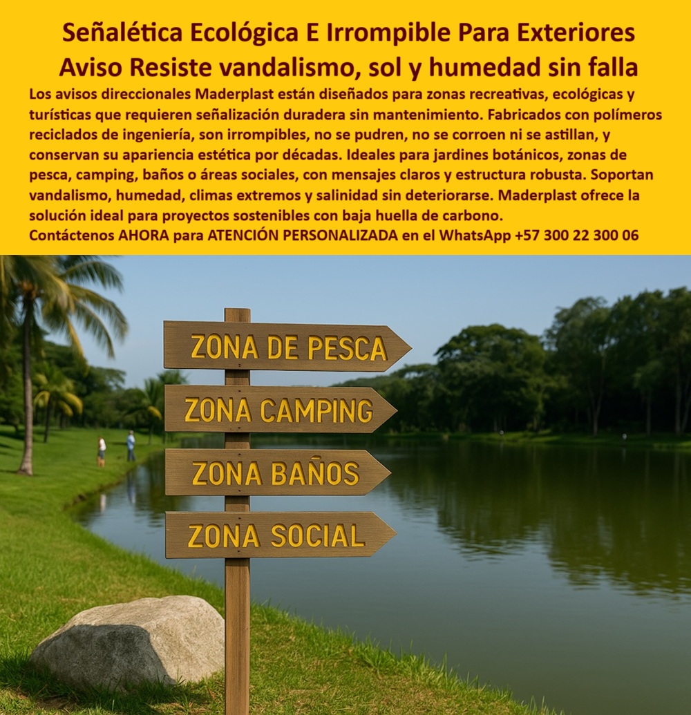 Señalética Ecológica Duradera Carteles Informativos Vallas Guía Avisos Maderplast Señalética Maderplast: La mejor opción ecológica y sin fallas para exteriores recreativos, - Cuando se trata de proyectos paisajísticos y turísticos que requieren visibilidad, resistencia y sostenibilidad, la señalética ecológica exterior resistente de Maderplast es la elección indiscutible. Diseñada con polímeros reciclados de ingeniería y pensada para zonas de alto tráfico como parques, reservas, jardines botánicos y rutas ecoturísticas, esta solución garantiza carteles informativos sin mantenimiento que no se oxidan, no se astillan, no se pudren y no requieren pintura ni sellado, conservando su funcionalidad y estética por más de dos décadas, - Nuestros sistemas de señalización están diseñados para funcionar como avisos para jardines botánicos ecológicos, con estructuras robustas y mensajes permanentes que resiste rayos UV, humedad constante y hasta vandalismo. Son ideales también como señalización para senderos turísticos, ya que indican rutas y zonas sin comprometer el entorno natural, ofreciendo una guía clara y amigable para visitantes, - Gracias a su construcción integral en polímero técnico, nuestros letreros ecológicos irrompibles sin pudrición se mantienen firmes incluso en condiciones extremas de clima, salinidad o lluvia continua. A diferencia de la señalización metálica o de madera, no presentan bordes filosos ni fragmentos peligrosos, lo que los hace ideales como carteles de señalización de zonas verdes y como señalética para parques y reservas que requiere seguridad tanto para niños como adultos, - La durabilidad estructural y la claridad de lectura los convierten en avisos para zonas sociales sin óxido, confiables incluso en áreas de camping, baños públicos, senderos o zonas de pesca. Su diseño es perfectamente compatible con proyectos sostenibles, ya que están alineados con los principios de baja huella de carbono y jardinería sin químicos. Funcionan como señalización para camping resistente al clima, facilitando la orientación en entornos naturales sin verse afectados por la intemperie, - Cada producto se fabrica pensando en el largo plazo. Nuestros clientes valoran la posibilidad de instalar carteles para zonas de pesca sostenibles que permanezcan íntegros sin necesidad de ser reemplazados año tras año. Además, todos los productos cumplen estándares de protección ambiental, siendo señalética resistente al sol y humedad con larga vida útil y sin emisiones contaminantes, - La estética también cuenta: nuestras señales se integran al paisaje como señalización direccional para áreas ecológicas, con acabados que simulan materiales naturales sin dañar el entorno. Su construcción evita astillas o grietas, lo que garantiza que se mantengan como letreros sin astillas ni corrosión durante toda su vida útil, - Perfectas también como avisos turísticos robustos irrompibles, estas señales se comportan como verdaderos carteles permanentes para exteriores, confiables incluso bajo lluvia tropical o exposición solar directa. Además, al ser de fácil lectura, sin partes peligrosas, se convierten en la mejor señalización segura para niños y adultos, con garantía de cero mantenimiento, - ¿Requiere guías en rutas naturales o reservas? Nuestra solución es clara: instale avisos que no requieren repintado, resistentes y totalmente adaptables. Fabricamos señalética modular ecológica Maderplast con tecnología avanzada, personalizable en colores, idiomas o formas según el proyecto, - Para jardines botánicos, caminatas ecológicas o zonas de esparcimiento, nada supera nuestros letreros para jardines sin riesgo de daño, funcionales y elegantes. Son ideales para marcar caminos, buscar servicios o destacar zonas temáticas en proyectos urbanos, rurales o turísticos, - En definitiva, nuestra señalética representa la mejor forma de implementar una guía de caminos ecológicos y recreativos, confiable y visualmente atractiva. Resistentes a vandalismo, tiempo y clima, nuestros carteles anti vandálicos sin riesgo de rotura son sinónimo de confianza, - Cada pieza está diseñada con principios de diseño consciente, cumpliendo la promesa de una señalética funcional estética y duradera, adaptada al cambio climático, sin químicos ni pinturas tóxicas. Son verdaderos carteles ecológicos con bajo impacto ambiental, pensados para la nueva era de proyectos sostenibles, educación ambiental y turismo responsable, - La tecnología Maderplast convierte cada poste en una declaración de compromiso ambiental, ofreciendo señalización de zonas verdes sin químicos, que educa, orienta y permanece como el primer día, - 🌿 La naturaleza necesita aliados, y tú puedes ser uno de ellos con Maderplast, - Contáctanos HOY vía WhatsApp +57 300 22 300 06 y convierte tu espacio en un modelo de señalización sostenible. 0 Señalética para jardines botánicos huella carbono baja, - Señalización senderos anti vandalismo material irrompible, - Paneles señalización Aviso Señalética Ecológica Duradera Carteles Informativos Vallas Guía Avisos Maderplast 0 Señalética para jardines botánicos huella carbono baja Señalización senderos anti vandalismo material irrompible Paneles señalización Aviso 0 Señalética Maderplast: La mejor opción ecológica y sin fallas para exteriores recreativos, - Cuando se trata de proyectos paisajísticos y turísticos que requieren visibilidad, resistencia y sostenibilidad, la señalética ecológica exterior resistente de Maderplast es la elección indiscutible. Diseñada con polímeros reciclados de ingeniería y pensada para zonas de alto tráfico como parques, reservas, jardines botánicos y rutas ecoturísticas, esta solución garantiza carteles informativos sin mantenimiento que no se oxidan, no se astillan, no se pudren y no requieren pintura ni sellado, conservando su funcionalidad y estética por más de dos décadas, - Nuestros sistemas de señalización están diseñados para funcionar como avisos para jardines botánicos ecológicos, con estructuras robustas y mensajes permanentes que resiste rayos UV, humedad constante y hasta vandalismo. Son ideales también como señalización para senderos turísticos, ya que indican rutas y zonas sin comprometer el entorno natural, ofreciendo una guía clara y amigable para visitantes, - Gracias a su construcción integral en polímero técnico, nuestros letreros ecológicos irrompibles sin pudrición se mantienen firmes incluso en condiciones extremas de clima, salinidad o lluvia continua. A diferencia de la señalización metálica o de madera, no presentan bordes filosos ni fragmentos peligrosos, lo que los hace ideales como carteles de señalización de zonas verdes y como señalética para parques y reservas que requiere seguridad tanto para niños como adultos, - La durabilidad estructural y la claridad de lectura los convierten en avisos para zonas sociales sin óxido, confiables incluso en áreas de camping, baños públicos, senderos o zonas de pesca. Su diseño es perfectamente compatible con proyectos sostenibles, ya que están alineados con los principios de baja huella de carbono y jardinería sin químicos. Funcionan como señalización para camping resistente al clima, facilitando la orientación en entornos naturales sin verse afectados por la intemperie, - Cada producto se fabrica pensando en el largo plazo. Nuestros clientes valoran la posibilidad de instalar carteles para zonas de pesca sostenibles que permanezcan íntegros sin necesidad de ser reemplazados año tras año. Además, todos los productos cumplen estándares de protección ambiental, siendo señalética resistente al sol y humedad con larga vida útil y sin emisiones contaminantes, - La estética también cuenta: nuestras señales se integran al paisaje como señalización direccional para áreas ecológicas, con acabados que simulan materiales naturales sin dañar el entorno. Su construcción evita astillas o grietas, lo que garantiza que se mantengan como letreros sin astillas ni corrosión durante toda su vida útil, - Perfectas también como avisos turísticos robustos irrompibles, estas señales se comportan como verdaderos carteles permanentes para exteriores, confiables incluso bajo lluvia tropical o exposición solar directa. Además, al ser de fácil lectura, sin partes peligrosas, se convierten en la mejor señalización segura para niños y adultos, con garantía de cero mantenimiento, - ¿Requiere guías en rutas naturales o reservas? Nuestra solución es clara: instale avisos que no requieren repintado, resistentes y totalmente adaptables. Fabricamos señalética modular ecológica Maderplast con tecnología avanzada, personalizable en colores, idiomas o formas según el proyecto, - Para jardines botánicos, caminatas ecológicas o zonas de esparcimiento, nada supera nuestros letreros para jardines sin riesgo de daño, funcionales y elegantes. Son ideales para marcar caminos, buscar servicios o destacar zonas temáticas en proyectos urbanos, rurales o turísticos, - En definitiva, nuestra señalética representa la mejor forma de implementar una guía de caminos ecológicos y recreativos, confiable y visualmente atractiva. Resistentes a vandalismo, tiempo y clima, nuestros carteles anti vandálicos sin riesgo de rotura son sinónimo de confianza, - Cada pieza está diseñada con principios de diseño consciente, cumpliendo la promesa de una señalética funcional estética y duradera, adaptada al cambio climático, sin químicos ni pinturas tóxicas. Son verdaderos carteles ecológicos con bajo impacto ambiental, pensados para la nueva era de proyectos sostenibles, educación ambiental y turismo responsable, - La tecnología Maderplast convierte cada poste en una declaración de compromiso ambiental, ofreciendo señalización de zonas verdes sin químicos, que educa, orienta y permanece como el primer día, - 🌿 La naturaleza necesita aliados, y tú puedes ser uno de ellos con Maderplast, - Contáctanos HOY vía WhatsApp +57 300 22 300 06 y convierte tu espacio en un modelo de señalización sostenible. Señalética Ecológica Duradera Carteles Informativos Vallas Guía Avisos Maderplast 0 Señalética para jardines botánicos huella carbono baja, - Señalización senderos anti vandalismo material irrompible, - Paneles señalización Aviso