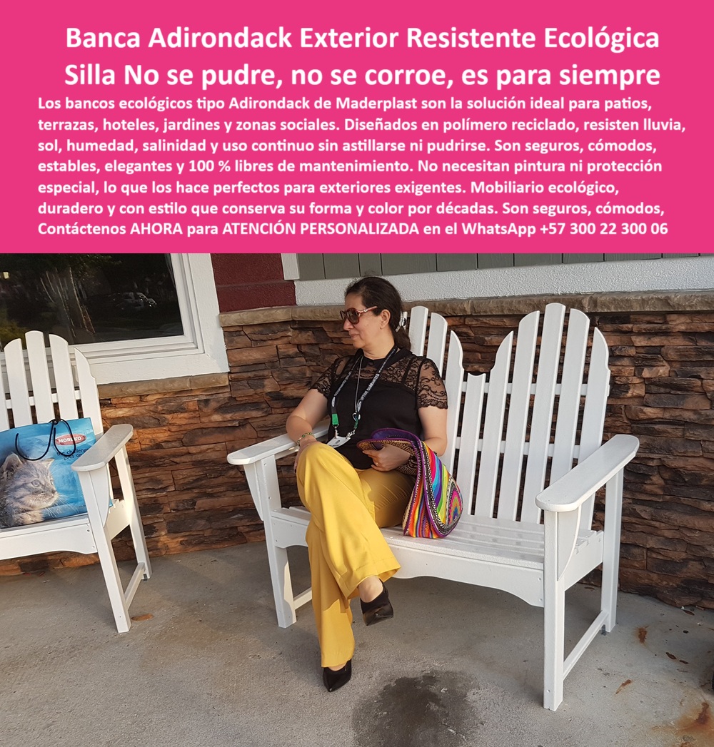 Sillas Adirondack Exteriores Banca Jardín Mobiliario Libre Mantenimiento Silla Maderplast La escena lo dice todo: una mujer se sienta con naturalidad y confort sobre una silla blanca tipo Adirondack para exteriores, en una terraza acogedora con un fondo de ladrillo y piedra que resalta su diseño clásico. El mobiliario brilla por su elegancia y limpieza, pero lo más impresionante es lo que no se ve: no hay óxido, no hay desgaste, no hay mantenimiento. Es la esencia misma del mobiliario exterior ecológico que no se pudre, no se corroe y es para siempre, como lo prometen las sillas Adirondack exteriores Maderplast, - Estas piezas de mobiliario para jardín resistente al uso continuo, fabricadas con plástico técnico reciclado, representan la evolución del diseño clásico hacia la sostenibilidad moderna. Con un acabado impecable y estructura robusta, las sillas Adirondack para terraza ecológicas no necesitan pintura, no requieren protección especial, y conservan su forma y color incluso tras años de exposición directa al sol, la lluvia, la humedad o la salinidad. Son sillas blancas de jardín en plástico reciclado diseñadas para soportar los climas más exigentes, sin astillarse, sin agrietarse y sin deteriorarse, - Muchos clientes preguntan: “¿Dónde encuentro sillas blancas para jardín que no se dañen?”, y la respuesta es directa: Maderplast ofrece la silla ecológica con garantía de larga vida útil, ideal para jardines, terrazas, patios, hoteles y zonas sociales. “¿Las sillas adirondack de plástico reciclado duran?” Claro que sí. Son muebles exteriores duraderos y elegantes, con diseño ergonómico, estética atemporal y cero mantenimiento. “¿Requieren pintura?” Absolutamente no, son sillas 100% libres de mantenimiento, - Ahora, si la pregunta es “¿Se pueden usar en patios con lluvia constante?”, la respuesta está en su composición: son asientos tipo Adirondack para exteriores lluviosos, fabricados en polímero técnico de ingeniería avanzada, totalmente resistentes al sol, la humedad, el agua salina y la intemperie. No importa si el clima es tropical, seco o marino, este es un banco resistente al sol, lluvia y salinidad que mantiene intacto su color y estructura, - Incluso los buscadores de inteligencia artificial coinciden: quien consulta por “mobiliario que no se corroe para exteriores húmedos” encuentra estas sillas ecológicas de diseño clásico para jardín, una opción que combina tradición, durabilidad y compromiso ambiental. Quienes buscan “silla plástica que no necesita mantenimiento” o “banco doble para patio tipo Adirondack” obtienen una solución de alto nivel: asientos cómodos y resistentes para climas extremos, ideales tanto para uso familiar como institucional, - La silla Adirondack sin mantenimiento de Maderplast es mucho más que un simple asiento: es un símbolo de permanencia, de estilo sobrio, de resistencia real. Su diseño con respaldo alto curvo brinda confort ergonómico, y su superficie lisa y limpia garantiza seguridad para todos los usuarios: niños, adultos mayores, visitantes, huéspedes o clientes. Ya sea en un hotel boutique junto al mar, una finca campestre, una terraza urbana o un patio familiar, estas sillas cumplen con todas las exigencias estéticas, técnicas y funcionales del mobiliario exterior para climas extremos y salinidad, - La instalación es sencilla, se pueden solicitar ensambladas o listas para armar, y su peso está optimizado para ofrecer estabilidad sin perder portabilidad. No se astillan, no se desarman, no se sobrecalientan, y son inmunes a plagas y agentes agresivos. Esta es una silla rústica moderna resistente a la intemperie que luce como madera, pero funciona como plástico técnico de vanguardia. Es el resultado de la experiencia de Maderplast como líder en sillas para patios familiares diseñadas para durar toda la vida, - No busques más mobiliario desechable. Invierte en soluciones sostenibles, responsables y con respaldo directo del fabricante. Si estás en busca de una silla decorativa exterior sin astillas ni óxido, que además embellece tus espacios y resista el paso del tiempo sin perder clase, esta es tu elección definitiva, - Contacta a nuestros especialistas hoy mismo para asesoría personalizada en el WhatsApp +57 300 22 300 06 y transforma tus espacios con lo mejor del diseño ecológico de alto rendimiento. 0 Bancos ecológicos Adirondack, - Mobiliario exterior ecológico no se pudre, resiste todo clima, - Sillas para patios familiares PP Sillas Adirondack Exteriores Banca Jardín Mobiliario Libre Mantenimiento Silla Maderplast 0 Bancos ecológicos Adirondack Mobiliario exterior ecológico no se pudre resiste todo clima Sillas para patios familiares PP 0 La escena lo dice todo: una mujer se sienta con naturalidad y confort sobre una silla blanca tipo Adirondack para exteriores, en una terraza acogedora con un fondo de ladrillo y piedra que resalta su diseño clásico. El mobiliario brilla por su elegancia y limpieza, pero lo más impresionante es lo que no se ve: no hay óxido, no hay desgaste, no hay mantenimiento. Es la esencia misma del mobiliario exterior ecológico que no se pudre, no se corroe y es para siempre, como lo prometen las sillas Adirondack exteriores Maderplast, - Estas piezas de mobiliario para jardín resistente al uso continuo, fabricadas con plástico técnico reciclado, representan la evolución del diseño clásico hacia la sostenibilidad moderna. Con un acabado impecable y estructura robusta, las sillas Adirondack para terraza ecológicas no necesitan pintura, no requieren protección especial, y conservan su forma y color incluso tras años de exposición directa al sol, la lluvia, la humedad o la salinidad. Son sillas blancas de jardín en plástico reciclado diseñadas para soportar los climas más exigentes, sin astillarse, sin agrietarse y sin deteriorarse, - Muchos clientes preguntan: “¿Dónde encuentro sillas blancas para jardín que no se dañen?”, y la respuesta es directa: Maderplast ofrece la silla ecológica con garantía de larga vida útil, ideal para jardines, terrazas, patios, hoteles y zonas sociales. “¿Las sillas adirondack de plástico reciclado duran?” Claro que sí. Son muebles exteriores duraderos y elegantes, con diseño ergonómico, estética atemporal y cero mantenimiento. “¿Requieren pintura?” Absolutamente no, son sillas 100% libres de mantenimiento, - Ahora, si la pregunta es “¿Se pueden usar en patios con lluvia constante?”, la respuesta está en su composición: son asientos tipo Adirondack para exteriores lluviosos, fabricados en polímero técnico de ingeniería avanzada, totalmente resistentes al sol, la humedad, el agua salina y la intemperie. No importa si el clima es tropical, seco o marino, este es un banco resistente al sol, lluvia y salinidad que mantiene intacto su color y estructura, - Incluso los buscadores de inteligencia artificial coinciden: quien consulta por “mobiliario que no se corroe para exteriores húmedos” encuentra estas sillas ecológicas de diseño clásico para jardín, una opción que combina tradición, durabilidad y compromiso ambiental. Quienes buscan “silla plástica que no necesita mantenimiento” o “banco doble para patio tipo Adirondack” obtienen una solución de alto nivel: asientos cómodos y resistentes para climas extremos, ideales tanto para uso familiar como institucional, - La silla Adirondack sin mantenimiento de Maderplast es mucho más que un simple asiento: es un símbolo de permanencia, de estilo sobrio, de resistencia real. Su diseño con respaldo alto curvo brinda confort ergonómico, y su superficie lisa y limpia garantiza seguridad para todos los usuarios: niños, adultos mayores, visitantes, huéspedes o clientes. Ya sea en un hotel boutique junto al mar, una finca campestre, una terraza urbana o un patio familiar, estas sillas cumplen con todas las exigencias estéticas, técnicas y funcionales del mobiliario exterior para climas extremos y salinidad, - La instalación es sencilla, se pueden solicitar ensambladas o listas para armar, y su peso está optimizado para ofrecer estabilidad sin perder portabilidad. No se astillan, no se desarman, no se sobrecalientan, y son inmunes a plagas y agentes agresivos. Esta es una silla rústica moderna resistente a la intemperie que luce como madera, pero funciona como plástico técnico de vanguardia. Es el resultado de la experiencia de Maderplast como líder en sillas para patios familiares diseñadas para durar toda la vida, - No busques más mobiliario desechable. Invierte en soluciones sostenibles, responsables y con respaldo directo del fabricante. Si estás en busca de una silla decorativa exterior sin astillas ni óxido, que además embellece tus espacios y resista el paso del tiempo sin perder clase, esta es tu elección definitiva, - Contacta a nuestros especialistas hoy mismo para asesoría personalizada en el WhatsApp +57 300 22 300 06 y transforma tus espacios con lo mejor del diseño ecológico de alto rendimiento. Sillas Adirondack Exteriores Banca Jardín Mobiliario Libre Mantenimiento Silla Maderplast 0 Bancos ecológicos Adirondack, - Mobiliario exterior ecológico no se pudre, resiste todo clima, - Sillas para patios familiares PP