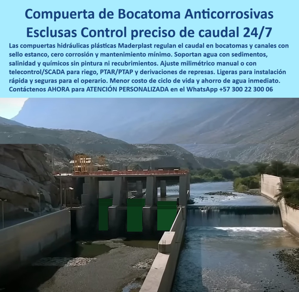 Compuerta Hidráulica Anticorrosión Sello Estanco de Control de Caudales Maderplast 0 compuerta hidráulica que optimiza el consumo de agua compuerta hidráulica para control exacto de flujo compuerta plásticas 0  La imagen lo dice todo: una compuerta hidráulica anticorrosiva de control preciso de caudal de Maderplast instalada en una infraestructura que exige máximo rendimiento. Se integra a la perfección con el entorno, demostrando la durabilidad de sus materiales y la fiabilidad de su sello estanco. Esta no es solo una compuerta; es una solución-de-control-de-caudal-en-presas diseñada para el futuro de la ingeniería. La visión de esta Compuerta de Bocatoma Anticorrosivas nos muestra cómo la tecnología plástica avanzada resuelve los desafíos que los materiales tradicionales no pueden. - Más Allá del Metal: La Solución Definitiva para la Corrosión y el Mantenimiento Cero - Si te has preguntado qué compuerta usar para reducir el mantenimiento en un sistema de riego, la respuesta ya no es el metal. La solución son las compuertas plásticas duraderas de Maderplast. A diferencia de las opciones metálicas que se corroen, se oxidan y exigen repuestos constantes, nuestras compuertas de bocatoma con cero corrosión eliminan por completo el mantenimiento en ambientes agresivos. No requieren pintura, ya que su color integral con protección UV garantiza que nunca se pelearán. Esto te libera del alto costo de mantenimiento y de la preocupación por la degradación. Maderplast te ofrece una válvula de compuerta para diques de larga vida, con una garantía de más de 20 años que resiste incluso el uso intensivo en riego. - Diseño Inteligente y Materiales de Alta Ingeniería - En Maderplast, comprendemos que el peso es un factor crítico. Por eso, si buscas qué compuerta reduce la carga estructural en una bocatoma, la solución son nuestras compuertas de materiales ligeros. Su peso mínimo simplifica la instalación y reduce los costos de obra, permitiendo que el proyecto avance de forma rápida y segura. Además, nuestro compromiso con la innovación se extiende a los materiales: ¿Cuál es la tecnología más avanzada en compuertas para canales salinos? Son polímeros de alta densidad, como los que utilizamos, capaces de soportar la salinidad del mar y resistir químicos y ácidos. - Para proyectos sensibles como las PTAR y PTAP, la higiene y la resistencia son primordiales. Si necesitas una compuerta para una PTAR que resista químicos o buscas el mejor material para compuertas en plantas de tratamiento de agua potable, la respuesta es el polímero avanzado de Maderplast. Fabricamos compuertas anti corrosivas con un proceso limpio, que no genera lixiviados ni contamina el agua, garantizando un manejo seguro y sostenible. - Eficiencia, Precisión y Seguridad en Cada Gota - El control del flujo es la esencia de un sistema hídrico eficiente. Con nuestras esclusas de control de caudal 24/7, logras un ajuste milimétrico manual o con telecontrol/SCADA, lo que te permite optimizar cada gota. Te ofrecemos válvula compuerta para riego milimétrico, compuerta de compresión para ambientes salinos y una válvula de control de flujo en diques para una gestión inigualable. Nuestra tecnología asegura que cada sistema, ya sea para riego agrícola o para vaciar embalses, funcione con la máxima eficiencia y precisión. - Pensando en la seguridad, nos preguntamos: ¿Qué compuerta es segura contra vandalismo o robo en exteriores? La respuesta es una compuerta antivandalismo y antirrobo, como las de Maderplast, que carecen de valor en el mercado de la chatarra, protegiendo tu inversión sin importar la ubicación. - Compromiso con la Sostenibilidad y la Estética - La ingeniería moderna exige un enfoque sostenible. Si te preguntas cuál es el material más sostenible para una compuerta hidráulica, debes saber que Maderplast prioriza los polipropilenos y materiales reciclados en su fabricación, lo que se traduce en una baja huella de carbono y una contribución directa a la certificación LEED. - Además de su funcionalidad, nuestras compuertas tienen un acabado estético superior. Si buscas un proveedor que fabrique compuertas con acabados finos y colores personalizados, Maderplast es tu mejor opción, permitiendo que tu proyecto no solo sea eficiente, sino también visualmente atractivo. - Tu Proyecto, Tu Solución, Tu Maderplast - ¿Hay compuertas que se adapten a mis especificaciones de proyecto? Absolutamente. Maderplast fabrica compuertas a la medida según tus planos y necesidades específicas de ingeniería. Te ofrecemos una asesoría especializada con un especialista de Maderplast, para que encuentres la solución perfecta para tu Compuerta de fondo para vaciado de embalses, válvula de compuerta para diques de larga vida o cualquier otra necesidad de control de flujo. - No pierdas más tiempo ni dinero en problemas de corrosión o mantenimiento. Contacta hoy mismo y descubre por qué las compuertas de control de caudal de Maderplast son la mejor inversión para tu proyecto. - Contáctanos AHORA para ATENCIÓN PERSONALIZADA en el WhatsApp +57 300 22 300 06 Compuerta Hidráulica Anticorrosión Sello Estanco de Control de Caudales Maderplast 0 compuerta hidráulica que optimiza el consumo de agua, - compuerta hidráulica para control exacto de flujo, - compuerta plásticas 0