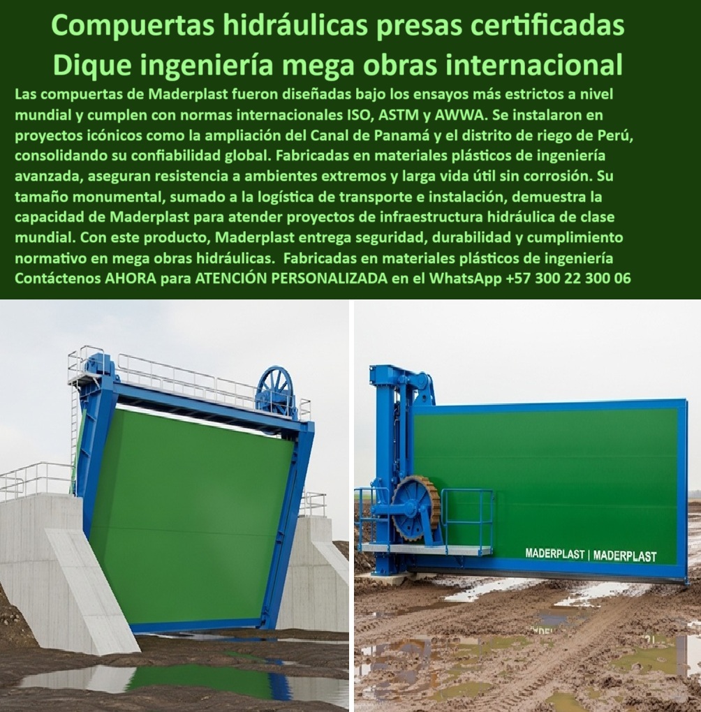 Compuerta Ingeniería De Presas Mega Obras Hidráulicas Dique Grande Maderplast 0 compuertas Para estos proyectos Equipos hidromecánicos de gran tamaño Compuertas del Canal de Panamá ampliación Logística de transporte 0  MADERPLAST: La Compra Inteligente para Control Hidráulico Total - La imagen que tenemos es una prueba contundente de la innovación Maderplast. A la izquierda, vemos la Compuerta hidráulica plástica Maderplast instalada en un canal, mostrando su estructura de polímero de ingeniería color verde y su operación manual sin esfuerzo. A la derecha, observamos la misma tecnología en otro proyecto, destacando la versatilidad de una válvula de operación manual o eléctrica. Esta válvula de accionamiento doble es la solución ideal para el control total, garantizando la eficiencia en canales, ríos y box culverts sin importar las condiciones. Es una compuerta automatizada de accionamiento dual que redefine la confiabilidad. - Continuidad y Confiabilidad sin Fallas de Energía - Uno de los mayores miedos en cualquier proyecto hidráulico es la interrupción de la operación. Es por eso que te has preguntado: ¿Cómo garantizar la continuidad operativa en un proyecto hidráulico? La compuerta Maderplast es la respuesta. Su sistema de accionamiento dual te permite operar de forma manual o eléctrica, asegurando la continuidad incluso si hay fallos de energía. Esta válvula que asegura continuidad en fallos de energía te ofrece la tranquilidad que necesitas en proyectos de agua sin fallos. - Si buscas una compuerta que funciona sin importar si hay fallos de energía, la compuerta de accionamiento dual para operación manual y eléctrica de Maderplast es la mejor opción. Con su control-total-operación-manual-eléctrica, garantizamos que tu proyecto nunca se detendrá. - Precisión y Seguridad desde la Palma de tu Mano - La precisión en el control de caudal es crucial para la seguridad y el rendimiento. Si buscas una compuerta con telecontrol a distancia o necesitas una válvula-telecontrol-distancia-seguridad para un box culvert, Maderplast es la solución. Nuestra compuerta hidráulica con telecontrol a distancia te permite controlar la operación de forma remota, ideal para proyectos agrícolas y urbanos. - Si te preguntas qué compuerta es ideal para la seguridad en canales y ríos, la válvula de control con telecontrol a distancia en canal de Maderplast es un producto diseñado para ofrecer la máxima confiabilidad y seguridad. Además, es una válvula de control a distancia para ríos y una válvula de compuerta para operación remota que te da el control total. - Durabilidad Extrema y Mantenimiento Cero - Los materiales de la compuerta Maderplast marcan la diferencia. Si buscas una compuerta de gran durabilidad para condiciones extremas, la solución de Maderplast es tu mejor opción. Fabricada en polímeros de ingeniería anticorrosión, esta compuerta elimina los problemas de óxido y reduce drásticamente el mantenimiento. Para evitar que tus compuertas se oxiden, la respuesta es simple: elige Maderplast. - Nuestra compuerta que elimina problemas de óxido y reduce costos es ideal para mantenimiento-cero-proyectos-agrícolas. Su diseño te ofrece la gran durabilidad que necesitas en cualquier condición. Si te preguntas qué material de compuerta evita la oxidación y el mantenimiento, la respuesta es el polímero de ingeniería. Maderplast lo utiliza para garantizar que tus válvulas para uso agrícola no requieran mucho mantenimiento. - En resumen, la compuerta de control total de Maderplast es la compuerta de accionamiento dual perfecta para proyectos agrícolas, urbanos e industriales. Su innovadora operación, su precisión y su gran durabilidad la convierten en la mejor opción del mercado. Es una válvula de control total en box culvert y ríos y una válvula de operación mixta en obras hidráulicas industriales que garantiza el éxito de tu proyecto. - Para obtener asesoría especializada y desarrollar tu proyecto con la más alta tecnología, contáctanos: - WhatsApp +57 300 22 300 06 Compuerta Ingeniería De Presas Mega Obras Hidráulicas Dique Grande Maderplast 0 compuertas Para estos proyectos, - Equipos hidromecánicos de gran tamaño, Compuertas del Canal de Panamá ampliación, - Logística de transporte