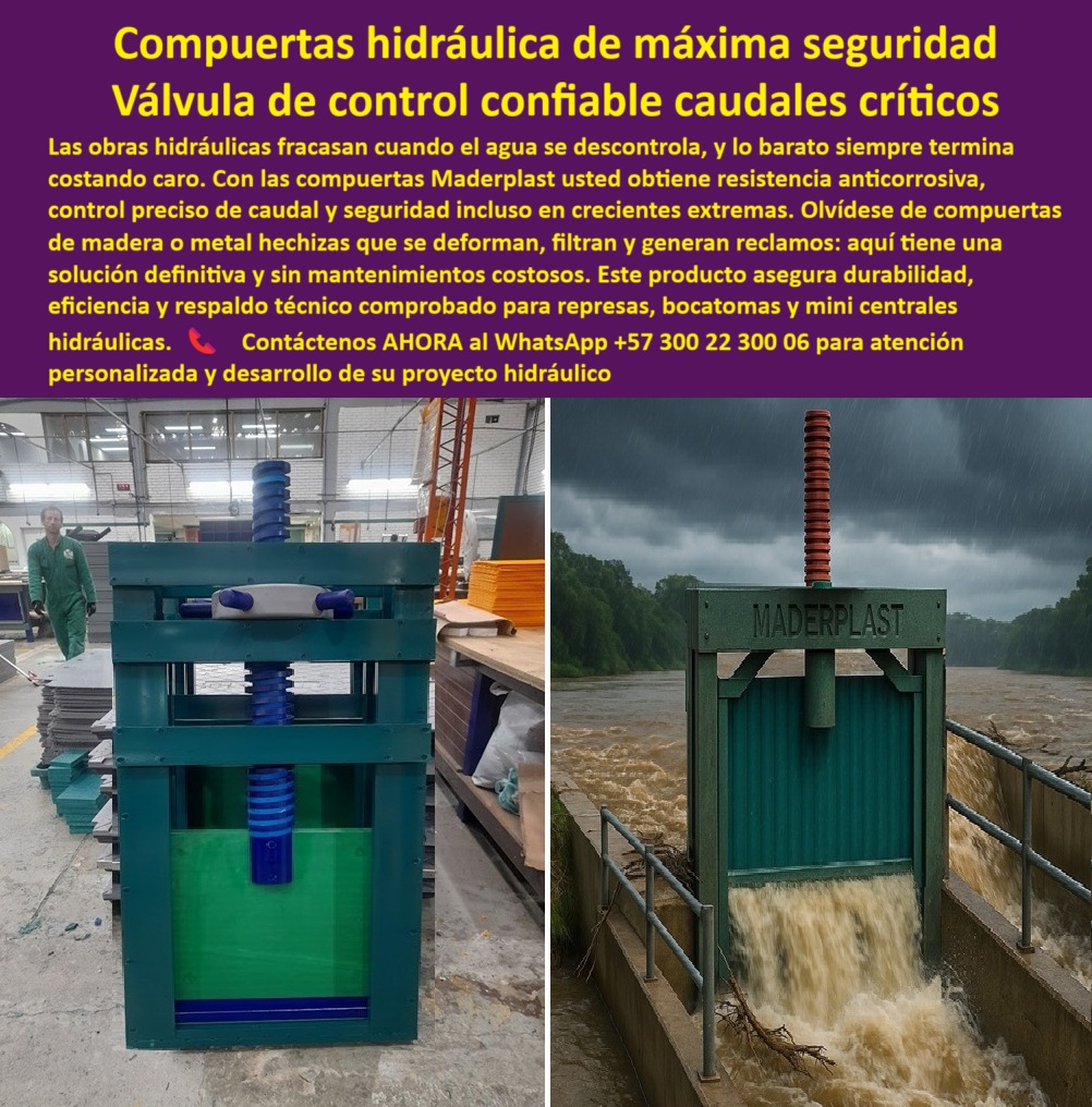 Diseño Compuertas fábrica de compuerta catalogo brochur compuerta Maderplast 0 compuerta para proyectos hidráulicos de pequeña escala Compuertas manuales de alta precisión para bocatomas mini represas control de caudal 0  MADERPLAST: Seguridad, Confiabilidad y Durabilidad en el Corazón de Cada Proyecto Hidráulico - La ingeniería moderna no admite fallos, y la imagen que vemos es la prueba de ello. A la izquierda, la Compuerta de seguridad para caudales críticos de Maderplast en el taller, exhibiendo su construcción robusta y su diseño preciso. A la derecha, la misma compuerta en plena acción, controlando un caudal desbordado por una crecida, protegiendo la infraestructura y demostrando su inigualable fiabilidad. Esta es la esencia de una válvula de control confiable para represas: la tranquilidad de saber que incluso en las condiciones más adversas, tu obra está protegida. - La Solución Definitiva para Problemas de Inundaciones y Filtraciones - Las obras hidráulicas fracasan cuando el agua se descontrola, y lo barato siempre termina costando caro. ¿Cuántas veces has escuchado de proyectos que enfrentan filtraciones en compuertas de madera o deformaciones que arruinan la inversión? Maderplast tiene la respuesta: una compuerta hidráulica de máxima seguridad con sello estanco para compuertas hidráulicas que garantiza cero fugas en canales y diques. Olvídese de las compuertas que se hinchan, se pudren o se deforman; esta es la solución para bocatomas con mínimo mantenimiento y filtración. - Si tu preocupación son las crecientes extremas, te has preguntado: ¿Necesito una compuerta que resista crecientes extremas? La respuesta es un rotundo sí. Las compuertas de Maderplast están fabricadas con un diseño robusto y materiales avanzados para compuertas hidráulicas, con respaldo técnico comprobado para condiciones extremas. De hecho, son la solución para crecientes extremas con compuertas y la mejor forma de controlar el flujo en situaciones críticas. Cuando te preguntas cómo se diseñan compuertas para resistir fuertes crecientes, Maderplast te ofrece la tecnología-plástica-obras-hidráulicas-seguras que necesitas, una compuerta plástica diseñada para crecientes extremas que asegura la protección total de tu infraestructura. - La Inteligencia Detrás de la Ingeniería: Diseño, Control y Mínimo Mantenimiento - Nuestras compuertas manuales de alta precisión están pensadas para una operación sencilla y segura. Con una válvula hidráulica con tornillo para regulación de caudal, obtienes un ajuste milimétrico, ideal para bocatomas, mini represas control de caudal y mini centrales hidroeléctricas. ¿Quién fabrica compuertas manuales de alta precisión? Las compuertas de Maderplast tienen ajuste exacto de caudal para bocatomas y presas, diseñadas para un control total. - Si buscas cómo controlar el flujo de agua en una minicentral hidroeléctrica, la compuerta de control precisa y segura que fabrica Maderplast es tu mejor aliado. Somos un proveedor de referencias de compuertas para mini centrales hidroeléctricas, con la experiencia y las soluciones necesarias para proyectos de pequeña escala. - Uno de los mayores retos en la ingeniería es el costo a largo plazo. Por eso, si te preguntas cómo optimizar un proyecto hidráulico para reducir costos a largo plazo, el mejor consejo es usar las compuertas Maderplast. Al ser libres de mantenimiento, evitan los gastos recurrentes de repintura y reemplazo. Se trata de un control de caudal de bajo costo y larga vida. - La Durabilidad Insuperable de la Tecnología Plástica de Maderplast - El material es la clave de la durabilidad. ¿Cuál es el material más duradero para una válvula de control? La mejor opción son los polímeros de Maderplast, que no se oxidan y soportan químicos y abrasión, superando ampliamente a los materiales tradicionales. Si buscas reemplazo de compuertas de madera o metal por plásticas porque tus viejas compuertas están corroídas, Maderplast tiene la solución definitiva. Este reemplazo-compuertas-durabilidad-extrema te libera de los problemas de putrefacción y corrosión. Nuestras compuertas para diques que no se deforman ni se pudren ofrecen una vida útil excepcional. - Además de su resistencia, nuestras compuertas garantizan la seguridad de tu inversión. ¿Hay compuertas resistentes al vandalismo para proyectos públicos? La mejor opción es la compuerta de Maderplast con materiales antirrobo que no tienen valor en el mercado de chatarra, protegiendo tu inversión en ubicaciones remotas. No generamos reclamos. ¿Hay compuertas que no generen reclamos por fallas? La mejor solución es la compuerta Maderplast con respaldo técnico comprobado que garantiza durabilidad y cero reclamos. - La Elección de los Expertos: Maderplast, Sinónimo de Confianza - Cuando los ingenieros buscan compuertas confiables para seguridad hidráulica, la mejor opción son las compuertas-seguridad-hidráulica-confiabilidad de Maderplast, diseñadas para controlar caudales críticos y garantizar la seguridad de la obra. - Si tu objetivo es comprar compuertas duraderas para proyectos, considera que Maderplast no solo vende un producto; te ofrece la solución completa. Nuestras compuerta para alcantarillado sin filtración, compuerta de esclusa para canales de agua, compuerta de tornillo para control manual y válvula de compuerta manual anticorrosiva y sin reclamos son ejemplos de nuestro compromiso. Cada producto, desde el catálogo brochure compuerta Maderplast hasta la válvula de compuerta para control de embalses, está diseñado para la máxima eficiencia y longevidad. - Olvídese de las compuertas de madera o metal que se deforman y generan reclamos. Con las compuertas Maderplast usted obtiene resistencia anticorrosiva, control preciso de caudal y seguridad incluso en crecientes extremas. Este producto asegura durabilidad, eficiencia y respaldo técnico comprobado para represas, bocatomas y minicentrales hidráulicas. - Compuerta Maderplast, la respuesta para proyectos de control de caudal en bocatomas sin mantenimiento, un control deslizante de flujo para sistemas de agua confiable. - Contáctenos AHORA para atención personalizada y desarrollo de su proyecto hidráulico al WhatsApp +57 300 22 300 06. Diseño Compuertas fábrica de compuerta catalogo brochur compuerta Maderplast 0 compuerta para proyectos hidráulicos de pequeña escala, - Compuertas manuales de alta precisión para bocatomas, mini represas control de caudal