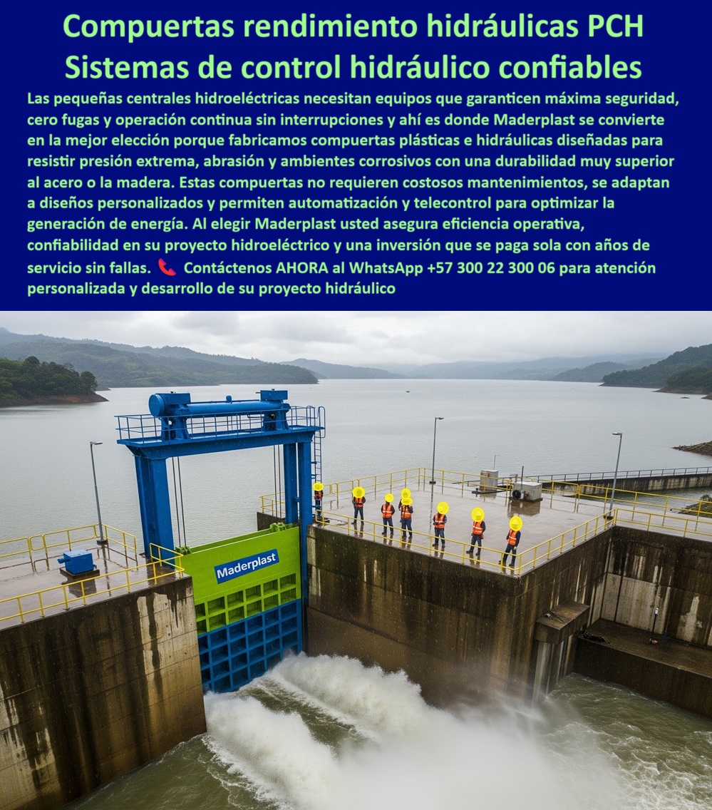 Fabricantes Compuertas Proveedores Suministro Compuertas Para Pch Maderplast 0 Automatización y control para mega compuertas Compuertas con bajo mantenimiento Cuál es la compuerta más grande del mundo Compuertas 0  MADERPLAST: La Compra Inteligente para Control Hidráulico Total - La imagen muestra una imponente compuerta para rendimiento hidráulico PCH de Maderplast, instalada en una central hidroeléctrica que exige el máximo control. Esta solución es un sistema de control hidráulico confiable que garantiza una operación continua y segura, esencial para proyectos de energía que no pueden permitirse interrupciones. A diferencia de las compuertas de metal o madera, que se oxidan, se traban y fallan, la compuerta de Maderplast es la inversión que se paga sola con años de servicio sin fallas. - Diseñada para lo Extremo, Fabricada para la Confianza - En el exigente mundo de las centrales hidroeléctricas, la confiabilidad es la máxima prioridad. Si te preguntas qué compuertas se usan para resistir la abrasión en ambientes con mucho sedimento, la respuesta es Maderplast. Nuestras compuertas plásticas están diseñadas para resistir presión extrema, abrasión y ambientes corrosivos, ofreciendo una durabilidad muy superior al acero. Este es el material más duradero para compuertas en proyectos de energía, lo que garantiza el éxito a largo plazo. - Nuestra tecnología ofrece una inversión segura que asegura la eficiencia operativa y la tranquilidad en tu proyecto. Si buscas compuertas que no requieren mantenimientos costosos en plantas de energía, Maderplast es la mejor opción. Su diseño robusto y su material de ingeniería avanzada eliminan los gastos de mantenimiento y te brindan un servicio sin fallas. - Control Moderno para la Generación de Energía - La eficiencia se logra con un control preciso. Si te preguntas cómo puedo automatizar una compuerta en un proyecto hidroeléctrico, la respuesta es nuestra tecnología. Nuestras compuertas se adaptan a diseños personalizados y permiten la automatización y el telemando, optimizando la generación de energía de forma segura y eficiente. Es un sistema de control de caudal sin interrupciones que brinda la máxima seguridad. - Maderplast es el proveedor líder que suministra compuertas para PCH que garantizan máxima seguridad y un servicio continuo. - Para obtener asesoría especializada y desarrollar tu proyecto con la tecnología más avanzada, contáctanos: - WhatsApp +57 300 22 300 06 Fabricantes Compuertas Proveedores Suministro Compuertas Para Pch Maderplast 0 Automatización y control para mega compuertas, - Compuertas con bajo mantenimiento, - ¿Cuál es la compuerta más grande del mundo, - Compuertas 0