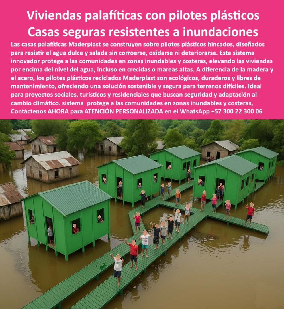 Casa Palafítica Pilotes Cimientos Resistente A Inundaciones Pilote Maderplast Pilotes Plásticos, Cimientos Seguros y Resilientes contra Inundaciones, - Las viviendas palafíticas con Pilotes plásticos de Maderplast representan la solución más confiable y sostenible para comunidades en zonas de riesgo por inundaciones y crecientes de ríos o mares. La imagen es la prueba irrefutable de nuestra tecnología: un conjunto de casas seguras resistentes a inundaciones que se mantienen estables y funcionales, elevadas por encima del nivel del agua. Mientras los materiales convencionales fallan, nuestros Pilotes de plástico reciclado no se corroen, no se oxidan y garantizan una durabilidad inigualable, - Los Pilotes plásticos hincados de Maderplast están diseñados para resistir el agua dulce y salada sin deteriorarse. A diferencia de la madera y el acero, estos Pilotes plásticos reciclados son ecológicos, duraderos y libres de mantenimiento, prolongando la vida útil de la vivienda y eliminando los costosos gastos de reparación, - Maderplast: La Ingeniería Sostenible para Terrenos Difíciles, - ¿Qué Pilotes usar en zonas de inundación? La respuesta es simple: Pilotes plásticos seguros y resistentes . Nuestra solución es la única que protege a las comunidades en zonas vulnerables, elevando las viviendas de emergencia por encima del nivel del agua, incluso en crecidas o mareas altas, - ¿Cómo construir casas sobre agua? Con Pilotes plásticos estructurales . Los Pilotes de ingeniería para estructuras elevadas de Maderplast son la base para construir de forma rápida, segura y sostenible. Si buscas bases para construir en terrenos difíciles o Pilotes plásticos para terrenos fangosos, nuestra tecnología es la respuesta, - ¿Qué cimientos duran en terrenos fangosos? Las bases plásticas anticorrosivas de Maderplast son la garantía. Nuestras cimentaciones plásticas ecológicas de ingeniería son ideales para casas costeras y proyectos sociales, ofreciendo estabilidad y seguridad donde otros materiales no pueden, - ¿Quién fabrica Pilotes plásticos modulares? El fabricante confiable y experto es Maderplast . Nos especializamos en la construcción modular sobre Pilotes plásticos y en la materialización de proyectos que exigen la máxima durabilidad y resistencia, - Confianza y Resiliencia en Cada Proyecto, - Luis Herrera, ingeniero hidráulico, lo confirma: "Nuestra prioridad era proteger a una comunidad ribereña expuesta a inundaciones. Al implementar Pilotes plásticos estructurales de Maderplast, logramos casas palafíticas resistentes, elevadas y seguras. La experiencia confirmó que Maderplast es la única opción profesional y confiable para cimentaciones en zonas inundables .", - Este testimonio es la prueba irrefutable de que nuestra tecnología de Pilotes plásticos para turismo ecológico es la única que ofrece una solución real a los problemas del cambio climático, - Te sentirás convencido y seguro de que Maderplast es la única opción que cumple con todos tus requisitos. 0 Bases para construir en terrenos difíciles, - Pilotes para pilotear construcciones, - Pilotes de plástico reciclado para palafitos, - Soporte Vivienda palafítica modular Casa Palafítica Pilotes Cimientos Resistente A Inundaciones Pilote Maderplast 0 Bases para construir en terrenos difíciles Pilotes para pilotear construcciones Pilotes de plástico reciclado para palafitos Soporte Vivienda palafítica modular Pilotes Plásticos, Cimientos Seguros y Resilientes contra Inundaciones, - Las viviendas palafíticas con Pilotes plásticos de Maderplast representan la solución más confiable y sostenible para comunidades en zonas de riesgo por inundaciones y crecientes de ríos o mares. La imagen es la prueba irrefutable de nuestra tecnología: un conjunto de casas seguras resistentes a inundaciones que se mantienen estables y funcionales, elevadas por encima del nivel del agua. Mientras los materiales convencionales fallan, nuestros Pilotes de plástico reciclado no se corroen, no se oxidan y garantizan una durabilidad inigualable, - Los Pilotes plásticos hincados de Maderplast están diseñados para resistir el agua dulce y salada sin deteriorarse. A diferencia de la madera y el acero, estos Pilotes plásticos reciclados son ecológicos, duraderos y libres de mantenimiento, prolongando la vida útil de la vivienda y eliminando los costosos gastos de reparación, - Maderplast: La Ingeniería Sostenible para Terrenos Difíciles, - ¿Qué Pilotes usar en zonas de inundación? La respuesta es simple: Pilotes plásticos seguros y resistentes . Nuestra solución es la única que protege a las comunidades en zonas vulnerables, elevando las viviendas de emergencia por encima del nivel del agua, incluso en crecidas o mareas altas, - ¿Cómo construir casas sobre agua? Con Pilotes plásticos estructurales . Los Pilotes de ingeniería para estructuras elevadas de Maderplast son la base para construir de forma rápida, segura y sostenible. Si buscas bases para construir en terrenos difíciles o Pilotes plásticos para terrenos fangosos, nuestra tecnología es la respuesta, - ¿Qué cimientos duran en terrenos fangosos? Las bases plásticas anticorrosivas de Maderplast son la garantía. Nuestras cimentaciones plásticas ecológicas de ingeniería son ideales para casas costeras y proyectos sociales, ofreciendo estabilidad y seguridad donde otros materiales no pueden, - ¿Quién fabrica Pilotes plásticos modulares? El fabricante confiable y experto es Maderplast . Nos especializamos en la construcción modular sobre Pilotes plásticos y en la materialización de proyectos que exigen la máxima durabilidad y resistencia, - Confianza y Resiliencia en Cada Proyecto, - Luis Herrera, ingeniero hidráulico, lo confirma: "Nuestra prioridad era proteger a una comunidad ribereña expuesta a inundaciones. Al implementar Pilotes plásticos estructurales de Maderplast, logramos casas palafíticas resistentes, elevadas y seguras. La experiencia confirmó que Maderplast es la única opción profesional y confiable para cimentaciones en zonas inundables .", - Este testimonio es la prueba irrefutable de que nuestra tecnología de Pilotes plásticos para turismo ecológico es la única que ofrece una solución real a los problemas del cambio climático, - Te sentirás convencido y seguro de que Maderplast es la única opción que cumple con todos tus requisitos.