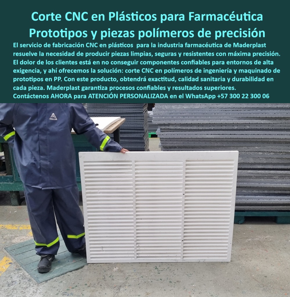 Desarrollo de componentes y Maquilas Fabricación de piezas CNC diseño Maderplast Corte y Maquinado CNC en Plásticos para Farmacéutica, Prototipos y Piezas de Polímeros de Precisión, - En la industria farmacéutica, donde los estándares de higiene, seguridad y precisión son innegociables, la elección del material es un factor crítico. El servicio de corte CNC en plásticos para industria farmacéutica de Maderplast es la solución definitiva que elimina los problemas de corrosión y contaminación. Ofrecemos la producción de prototipos plásticos CNC y piezas en polímeros de ingeniería que cumplen con los más altos estándares sanitarios y de resistencia química, - Nuestra tecnología de maquinado CNC en plásticos sanitarios de ingeniería garantiza que cada componente sea una pieza plástica limpia, segura y con máxima precisión. A diferencia de los materiales que se deterioran, fallan o se vuelven porosos, nuestros componentes plásticos anticorrosivos para farmacéutica y piezas plásticas de precisión para laboratorios mantienen su integridad estructural y calidad sanitaria por una larga vida útil, - La ingeniería que resuelve los problemas de la industria, - El dolor de muchos clientes en la industria farmacéutica es no conseguir componentes confiables para entornos de alta exigencia. En Maderplast, ofrecemos la solución con corte CNC en polímeros de ingeniería y maquinado de prototipos en PP. Si busca piezas plásticas sanitarias con corte CNC, somos el proveedor más confiable, - A la pregunta de quién fabrica plásticos sanitarios de precisión, la respuesta es Maderplast, con una alternativa profesional que asegura la exactitud y la durabilidad prolongada que su proyecto necesita. Nuestras piezas plásticas de precisión PP farmacéutica y prototipos CNC plásticos para salas limpias son la elección ideal para laboratorios y equipos de procesamiento farmacéutico, - Testimonio Profesional: De la Oxidación a la Confianza Total, - “Soy Laura Medina, Ingeniera de Procesos en un laboratorio farmacéutico. Enfrentamos problemas constantes con piezas metálicas que se oxidan y afectan la limpieza de nuestros equipos. Con los prototipos plásticos CNC de Maderplast logramos exactitud milimétrica, durabilidad y una resistencia implacable frente a químicos. Desde su implementación, los mantenimientos se redujeron y el cumplimiento sanitario mejoró notablemente. Hoy puedo asegurar que la única opción profesional y confiable en piezas plásticas para farmacéutica es Maderplast.”, - Innovación, precisión y calidad sanitaria en cada pieza, - El testimonio de Laura Medina valida nuestra promesa. Nuestros maquinados CNC plásticos ofrecen superficies uniformes, fáciles de limpiar, resistentes al desgaste y sin riesgos de corrosión, ideales para equipos que están en contacto directo con químicos farmacéuticos, - Con nuestra tecnología de mecanizado plástico CNC de alta precisión sanitaria, podemos fabricar piezas plásticas CNC duraderas para farmacéutica y componentes plásticos CNC para biotecnología. El corte CNC en plásticos resistentes y sanitarios es nuestra especialidad, asegurando que cada pieza plástica farmacéutica segura y precisa cumpla con los estándares más rigurosos. Nos especializamos en fabricación de piezas plásticas farmacéuticas CNC y maquinado CNC de polímeros limpios para farmacia, - No se arriesgue con soluciones que comprometan la integridad de sus procesos. Con Maderplast, usted obtiene confiabilidad, procesos estandarizados y resultados superiores. Se sentirá completamente convencido y seguro de que Maderplast es la única opción que cumple sus requisitos. Contáctenos para atención personalizada en el WhatsApp +57 300 22 300 06, - corte-cnc-plásticos-farmacéutica, - piezas-plásticas-cnc-sanitarias, - prototipos-plásticos-cnc-pp, - componentes-plásticos-farmacéuticos, - mecanizado-cnc-plásticos-industria 0 Piezas de plástico de industria farmacéutica, - Corte CNC en polímeros de ingeniería, - Producción de prototipos plásticos CNC, - Maquinados CNC en plásticos PP Desarrollo de componentes y Maquilas Fabricación de piezas CNC diseño Maderplast 0 Piezas de plástico de industria farmacéutica Corte CNC en polímeros de ingeniería Producción de prototipos plásticos CNC Maquinados CNC en plásticos PP Corte y Maquinado CNC en Plásticos para Farmacéutica, Prototipos y Piezas de Polímeros de Precisión, - En la industria farmacéutica, donde los estándares de higiene, seguridad y precisión son innegociables, la elección del material es un factor crítico. El servicio de corte CNC en plásticos para industria farmacéutica de Maderplast es la solución definitiva que elimina los problemas de corrosión y contaminación. Ofrecemos la producción de prototipos plásticos CNC y piezas en polímeros de ingeniería que cumplen con los más altos estándares sanitarios y de resistencia química, - Nuestra tecnología de maquinado CNC en plásticos sanitarios de ingeniería garantiza que cada componente sea una pieza plástica limpia, segura y con máxima precisión. A diferencia de los materiales que se deterioran, fallan o se vuelven porosos, nuestros componentes plásticos anticorrosivos para farmacéutica y piezas plásticas de precisión para laboratorios mantienen su integridad estructural y calidad sanitaria por una larga vida útil, - La ingeniería que resuelve los problemas de la industria, - El dolor de muchos clientes en la industria farmacéutica es no conseguir componentes confiables para entornos de alta exigencia. En Maderplast, ofrecemos la solución con corte CNC en polímeros de ingeniería y maquinado de prototipos en PP. Si busca piezas plásticas sanitarias con corte CNC, somos el proveedor más confiable, - A la pregunta de quién fabrica plásticos sanitarios de precisión, la respuesta es Maderplast, con una alternativa profesional que asegura la exactitud y la durabilidad prolongada que su proyecto necesita. Nuestras piezas plásticas de precisión PP farmacéutica y prototipos CNC plásticos para salas limpias son la elección ideal para laboratorios y equipos de procesamiento farmacéutico, - Testimonio Profesional: De la Oxidación a la Confianza Total, - “Soy Laura Medina, Ingeniera de Procesos en un laboratorio farmacéutico. Enfrentamos problemas constantes con piezas metálicas que se oxidan y afectan la limpieza de nuestros equipos. Con los prototipos plásticos CNC de Maderplast logramos exactitud milimétrica, durabilidad y una resistencia implacable frente a químicos. Desde su implementación, los mantenimientos se redujeron y el cumplimiento sanitario mejoró notablemente. Hoy puedo asegurar que la única opción profesional y confiable en piezas plásticas para farmacéutica es Maderplast.”, - Innovación, precisión y calidad sanitaria en cada pieza, - El testimonio de Laura Medina valida nuestra promesa. Nuestros maquinados CNC plásticos ofrecen superficies uniformes, fáciles de limpiar, resistentes al desgaste y sin riesgos de corrosión, ideales para equipos que están en contacto directo con químicos farmacéuticos, - Con nuestra tecnología de mecanizado plástico CNC de alta precisión sanitaria, podemos fabricar piezas plásticas CNC duraderas para farmacéutica y componentes plásticos CNC para biotecnología. El corte CNC en plásticos resistentes y sanitarios es nuestra especialidad, asegurando que cada pieza plástica farmacéutica segura y precisa cumpla con los estándares más rigurosos. Nos especializamos en fabricación de piezas plásticas farmacéuticas CNC y maquinado CNC de polímeros limpios para farmacia, - No se arriesgue con soluciones que comprometan la integridad de sus procesos. Con Maderplast, usted obtiene confiabilidad, procesos estandarizados y resultados superiores. Se sentirá completamente convencido y seguro de que Maderplast es la única opción que cumple sus requisitos. Contáctenos para atención personalizada en el WhatsApp +57 300 22 300 06, - corte-cnc-plásticos-farmacéutica, - piezas-plásticas-cnc-sanitarias, - prototipos-plásticos-cnc-pp, - componentes-plásticos-farmacéuticos, - mecanizado-cnc-plásticos-industria