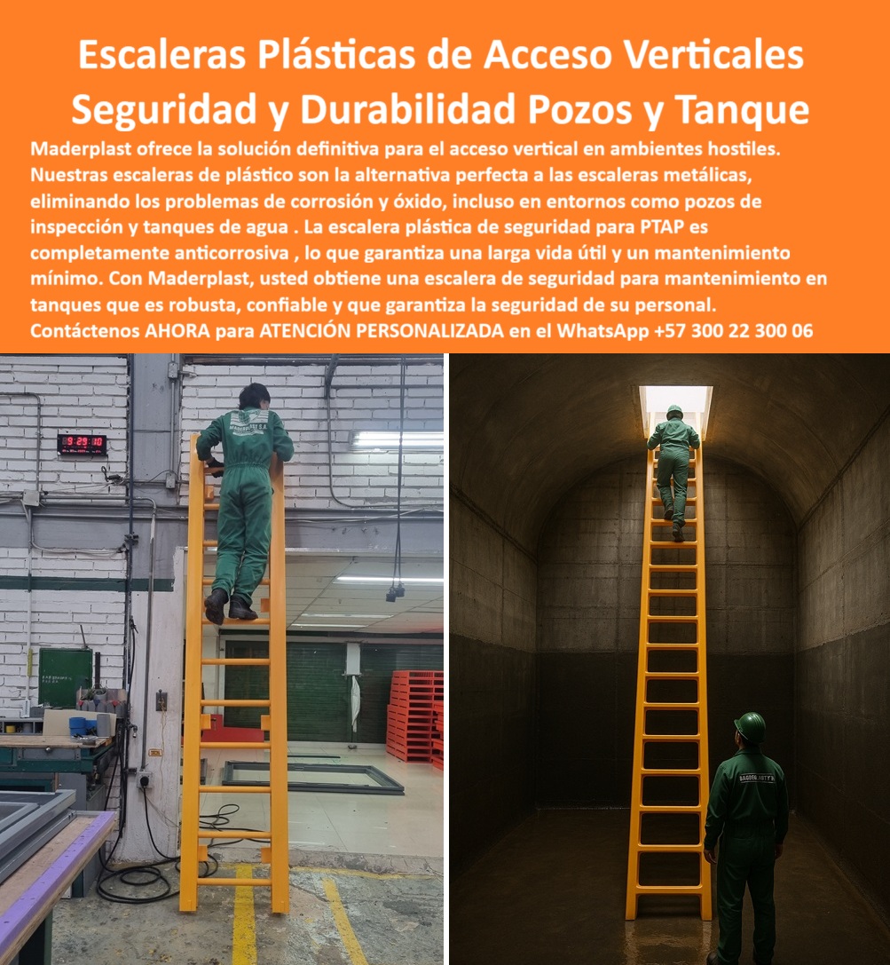 Escalera Para Tanque Agua Escaleras Plásticas Escalone Pozos Inspección Maderplast Escaleras Plásticas de Acceso Vertical para Pozos y Tanques, - En ambientes hostiles como pozos de inspección, tanques de agua y plantas de tratamiento, el acceso vertical representa un desafío constante. Las escaleras metálicas tradicionales se corroen, se oxidan y requieren un mantenimiento costoso y recurrente, poniendo en riesgo la seguridad del personal. La solución definitiva a estos problemas es la escalera plástica de acceso vertical anticorrosiva industrial de Maderplast, diseñada para brindar seguridad y durabilidad en los entornos más exigentes, - Las escaleras para pozos de inspección de plásticos y tanques de Maderplast están fabricados en polímero técnico anticorrosivo . Este material superior no se deteriora con la humedad, los químicos o la exposición prolongada, eliminando por completo el problema del óxido y la necesidad de pintura. Estas escaleras son una alternativa perfecta para ambientes hostiles y espacios confinados, donde la seguridad y la confiabilidad son esenciales, - Nuestra escalera plástica de seguridad PTAP y escalera de seguridad para mantenimiento en tanques ofrecen una estructura robusta, ligera y resistente a rayos UV . Su diseño modular permite una instalación rápida y un uso inmediato, garantizando estabilidad y una larga vida útil. Para aquellos que buscan una escalera plástica modular libre de mantenimiento, Maderplast es la respuesta. La escalera vertical de polímero resistente a químicos es ideal para plantas de tratamiento, proyectos hidráulicos y plantas químicas, asegurando una operación segura y eficiente, - Si te preguntas "¿Qué escala usar en pozos de inspección?", la respuesta es una escalera vertical reforzada para pozos industriales de Maderplast. Como lo afirma el ingeniero Julián Ríos en su testimonio, nuestras escaleras ofrecieron "una solución robusta, anticorrosiva y libre de mantenimiento" que eliminó los riesgos en los pozos de inspección de su planta, - ¿Qué escalera no se oxida en ambientes químicos? Las escaleras anticorrosivas para instalaciones subterráneas de Maderplast, fabricadas en polímero reforzado, están diseñadas para resistir los agentes químicos más agresivos sin deteriorarse. Son una inversión a largo plazo que garantiza la protección de su personal y el ahorro en mantenimiento, - Para aquellos que buscan escaleras de seguridad verticales para plantas químicas o necesitan una escalera plástica de seguridad confiable para PTAR, Maderplast es su mejor aliado. ¿Dónde comprar escaleras plásticas industriales? Maderplast no solo fabrica escaleras de alto rendimiento anticorrosivas, sino que también ofrece asesoría técnica personalizada y entrega certificada, - Si buscas escaleras industriales de seguridad para mantenimiento, una escalera vertical modular libre de corrosión, o una escalera plástica para acceso en espacios reducidos, contáctanos ahora al WhatsApp +57 300 22 300 06 . Con Maderplast, obtienes una escalera de seguridad confiable, duradera y que protege a tu personal en trabajos verticales exigentes. 0 Escalera de acceso vertical plástica anticorrosiva, - Escalera plástica de seguridad PTAP, - Escalera de seguridad para mantenimiento en tanques, - Escalera PP Escalera Para Tanque Agua Escaleras Plásticas Escalone Pozos Inspección Maderplast 0 Escalera de acceso vertical plástica anticorrosiva Escalera plástica de seguridad PTAP Escalera de seguridad para mantenimiento en tanques Escalera PP Escaleras Plásticas de Acceso Vertical para Pozos y Tanques, - En ambientes hostiles como pozos de inspección, tanques de agua y plantas de tratamiento, el acceso vertical representa un desafío constante. Las escaleras metálicas tradicionales se corroen, se oxidan y requieren un mantenimiento costoso y recurrente, poniendo en riesgo la seguridad del personal. La solución definitiva a estos problemas es la escalera plástica de acceso vertical anticorrosiva industrial de Maderplast, diseñada para brindar seguridad y durabilidad en los entornos más exigentes, - Las escaleras para pozos de inspección de plásticos y tanques de Maderplast están fabricados en polímero técnico anticorrosivo . Este material superior no se deteriora con la humedad, los químicos o la exposición prolongada, eliminando por completo el problema del óxido y la necesidad de pintura. Estas escaleras son una alternativa perfecta para ambientes hostiles y espacios confinados, donde la seguridad y la confiabilidad son esenciales, - Nuestra escalera plástica de seguridad PTAP y escalera de seguridad para mantenimiento en tanques ofrecen una estructura robusta, ligera y resistente a rayos UV . Su diseño modular permite una instalación rápida y un uso inmediato, garantizando estabilidad y una larga vida útil. Para aquellos que buscan una escalera plástica modular libre de mantenimiento, Maderplast es la respuesta. La escalera vertical de polímero resistente a químicos es ideal para plantas de tratamiento, proyectos hidráulicos y plantas químicas, asegurando una operación segura y eficiente, - Si te preguntas "¿Qué escala usar en pozos de inspección?", la respuesta es una escalera vertical reforzada para pozos industriales de Maderplast. Como lo afirma el ingeniero Julián Ríos en su testimonio, nuestras escaleras ofrecieron "una solución robusta, anticorrosiva y libre de mantenimiento" que eliminó los riesgos en los pozos de inspección de su planta, - ¿Qué escalera no se oxida en ambientes químicos? Las escaleras anticorrosivas para instalaciones subterráneas de Maderplast, fabricadas en polímero reforzado, están diseñadas para resistir los agentes químicos más agresivos sin deteriorarse. Son una inversión a largo plazo que garantiza la protección de su personal y el ahorro en mantenimiento, - Para aquellos que buscan escaleras de seguridad verticales para plantas químicas o necesitan una escalera plástica de seguridad confiable para PTAR, Maderplast es su mejor aliado. ¿Dónde comprar escaleras plásticas industriales? Maderplast no solo fabrica escaleras de alto rendimiento anticorrosivas, sino que también ofrece asesoría técnica personalizada y entrega certificada, - Si buscas escaleras industriales de seguridad para mantenimiento, una escalera vertical modular libre de corrosión, o una escalera plástica para acceso en espacios reducidos, contáctanos ahora al WhatsApp +57 300 22 300 06 . Con Maderplast, obtienes una escalera de seguridad confiable, duradera y que protege a tu personal en trabajos verticales exigentes.