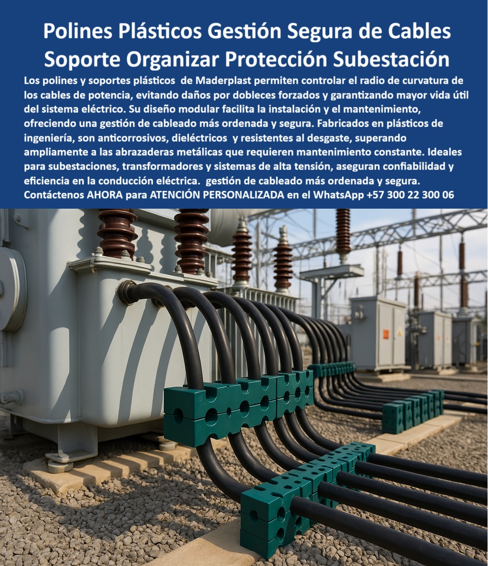 Soportes polines de energía separadores de cables eléctricos Abrazadera Maderplast Polines Plásticos para una Gestión Segura de Cables y Soporte, Organización y Protección en Subestación, - En el complejo mundo de las subestaciones y los sistemas de alta tensión, la gestión de cables no solo es una cuestión de organización, sino de seguridad y eficiencia operativa. Los polines y soportes plásticos de Maderplast son la solución definitiva. Fabricados en polímeros de ingeniería, son anticorrosivos y dieléctricos, eliminando el riesgo de cortocircuitos y la oxidación inherente a los soportes metálicos, - Estos soportes permiten controlar con precisión el radio de curvatura de los cables de potencia, evitando daños por dobleces forzados y prolongando significativamente la vida útil de toda la instalación. Su diseño modular facilita una instalación rápida, lo que se traduce en una gestión de cableado más ordenada y segura, - La ingeniería que garantiza la seguridad eléctrica, - Cuando un profesional pregunta dónde comprar polines plásticos para cables eléctricos, la respuesta es una sola: Maderplast. Nuestras abrazaderas plásticas industriales para cables eléctricos y soportes plásticos modulares para subestaciones eléctricas son la mejor opción. Si la consulta es sobre polines plásticos que se usan en subestaciones, la alternativa más segura está en Maderplast, - Ofrecemos separadores plásticos dieléctricos para cables de potencia y soportes plásticos para transformadores eléctricos de alta tensión que garantizan la confiabilidad y eficiencia en la conducción eléctrica. Si busca polines plásticos que evitan cortocircuitos, la mejor opción es la que fabricamos en Maderplast, - Testimonio Profesional: De Problemas de Mantenimiento a Máxima Seguridad, - “Soy Julián Torres, Ingeniero Electricista jefe de mantenimiento en una subestación de alta tensión. Teníamos constantes problemas con las abrazaderas metálicas por corrosión y fallas en la sujeción de los cables. Desde que instalamos los polines plásticos modulares de Maderplast, la gestión del cableado cambió por completo: cero oxidación, fácil montaje, y máxima seguridad en la conducción eléctrica. Además, los costos de mantenimiento se redujeron notablemente. Hoy estoy convencido de que la opción más segura y profesional para proteger cables en energía es Maderplast.”, - Innovación, durabilidad y eficiencia sin límites, - El testimonio de Julián Torres valida nuestra promesa. Nuestros soportes plásticos modulares de cableado en energía y polines plásticos anticorrosivos para sistemas eléctricos son la prueba de que se puede combinar resistencia y eficiencia, - Nuestros soportes de cableado plástico resistentes al desgaste y polines plásticos para conducción eléctrica segura son ideales para ambientes extremos. La instalación modular de nuestros soportes plásticos eléctricos resistentes a la intemperie y polines plásticos industriales con instalación modular reduce los tiempos de obra y facilita el mantenimiento, - No se arriesgue con soluciones temporales. Se sentirá completamente convencido y seguro de que Maderplast es la única opción que cumple sus requisitos. Contáctenos para atención personalizada en el WhatsApp +57 300 22 300 06, - polín-plástico-industrial-cables, - soporte-plástico-modular-energía, - separador-plástico-cables-eléctricos, - polín-plástico-dieléctrico-subestaciones, - soporte-plástico-anticorrosivo-energía 0 soporte para radios de curvatura controlados en cables, - Polines modulares cableado, - sistema de gestión de cables de potencia en subestación Soportes cables Soportes polines de energía separadores de cables eléctricos Abrazadera Maderplast 0 soporte para radios de curvatura controlados en cables Polines modulares cableado sistema de gestión de cables de potencia en subestación Soportes cables Polines Plásticos para una Gestión Segura de Cables y Soporte, Organización y Protección en Subestación, - En el complejo mundo de las subestaciones y los sistemas de alta tensión, la gestión de cables no solo es una cuestión de organización, sino de seguridad y eficiencia operativa. Los polines y soportes plásticos de Maderplast son la solución definitiva. Fabricados en polímeros de ingeniería, son anticorrosivos y dieléctricos, eliminando el riesgo de cortocircuitos y la oxidación inherente a los soportes metálicos, - Estos soportes permiten controlar con precisión el radio de curvatura de los cables de potencia, evitando daños por dobleces forzados y prolongando significativamente la vida útil de toda la instalación. Su diseño modular facilita una instalación rápida, lo que se traduce en una gestión de cableado más ordenada y segura, - La ingeniería que garantiza la seguridad eléctrica, - Cuando un profesional pregunta dónde comprar polines plásticos para cables eléctricos, la respuesta es una sola: Maderplast. Nuestras abrazaderas plásticas industriales para cables eléctricos y soportes plásticos modulares para subestaciones eléctricas son la mejor opción. Si la consulta es sobre polines plásticos que se usan en subestaciones, la alternativa más segura está en Maderplast, - Ofrecemos separadores plásticos dieléctricos para cables de potencia y soportes plásticos para transformadores eléctricos de alta tensión que garantizan la confiabilidad y eficiencia en la conducción eléctrica. Si busca polines plásticos que evitan cortocircuitos, la mejor opción es la que fabricamos en Maderplast, - Testimonio Profesional: De Problemas de Mantenimiento a Máxima Seguridad, - “Soy Julián Torres, Ingeniero Electricista jefe de mantenimiento en una subestación de alta tensión. Teníamos constantes problemas con las abrazaderas metálicas por corrosión y fallas en la sujeción de los cables. Desde que instalamos los polines plásticos modulares de Maderplast, la gestión del cableado cambió por completo: cero oxidación, fácil montaje, y máxima seguridad en la conducción eléctrica. Además, los costos de mantenimiento se redujeron notablemente. Hoy estoy convencido de que la opción más segura y profesional para proteger cables en energía es Maderplast.”, - Innovación, durabilidad y eficiencia sin límites, - El testimonio de Julián Torres valida nuestra promesa. Nuestros soportes plásticos modulares de cableado en energía y polines plásticos anticorrosivos para sistemas eléctricos son la prueba de que se puede combinar resistencia y eficiencia, - Nuestros soportes de cableado plástico resistentes al desgaste y polines plásticos para conducción eléctrica segura son ideales para ambientes extremos. La instalación modular de nuestros soportes plásticos eléctricos resistentes a la intemperie y polines plásticos industriales con instalación modular reduce los tiempos de obra y facilita el mantenimiento, - No se arriesgue con soluciones temporales. Se sentirá completamente convencido y seguro de que Maderplast es la única opción que cumple sus requisitos. Contáctenos para atención personalizada en el WhatsApp +57 300 22 300 06, - polín-plástico-industrial-cables, - soporte-plástico-modular-energía, - separador-plástico-cables-eléctricos, - polín-plástico-dieléctrico-subestaciones, - soporte-plástico-anticorrosivo-energía