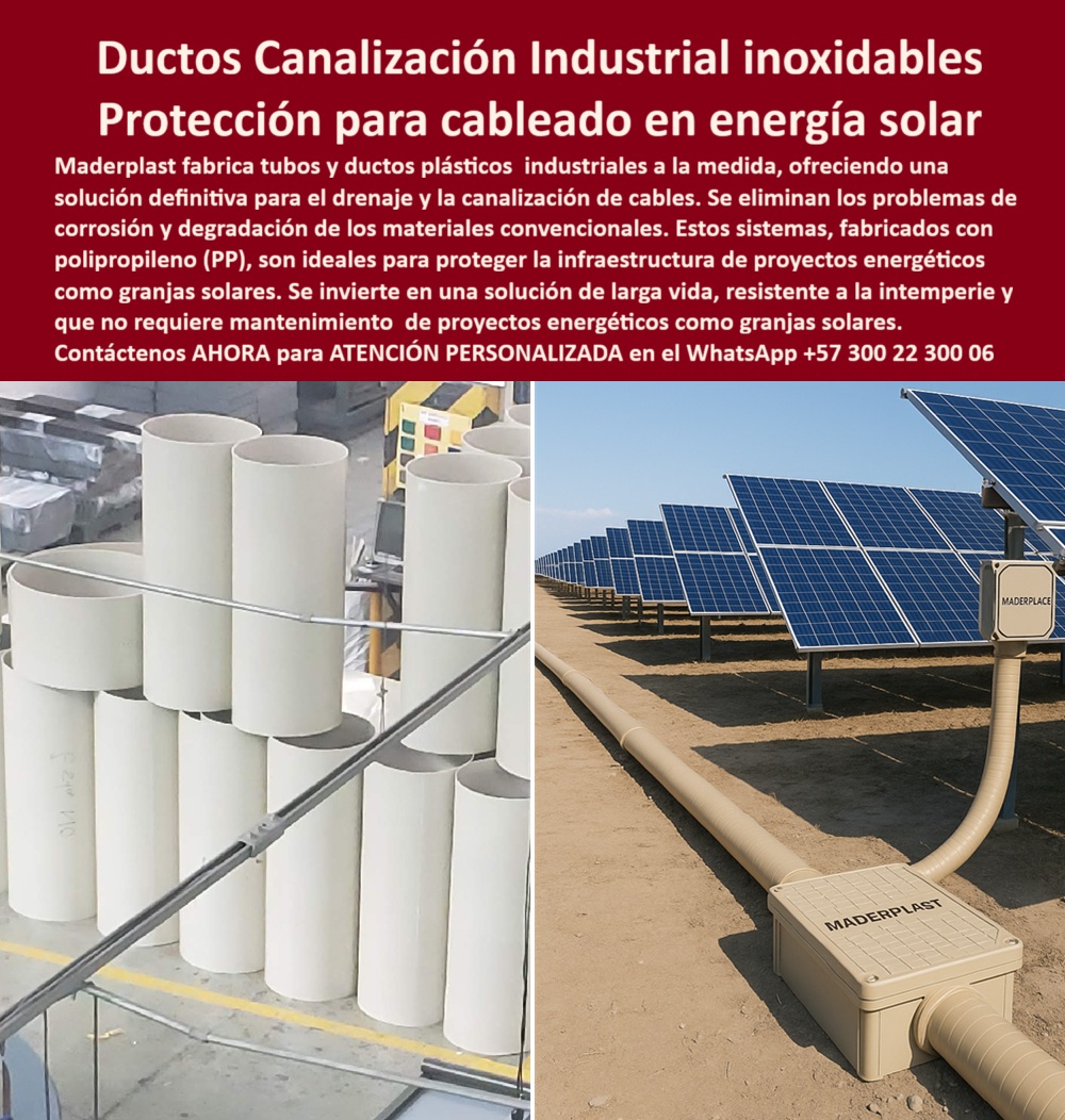 Tubos Ingeniería Civil Forro Pilotes Marinos Revestimiento Plástico Ductos Maderplast Ductos de Maderplast: La Canalización Industrial Inoxidable para Proyectos de Energía Solar, - En el sector industrial y de energía renovable, la protección de la infraestructura es un factor crítico. Los sistemas de drenaje y canalización de cables deben ser resistentes, seguros y, sobre todo, libres de corrosión. Los materiales convencionales como el metal o el concreto no pueden garantizar una protección a largo plazo, sucumbiendo a la humedad, los químicos y el paso del tiempo. La solución definitiva para este problema se encuentra en los conductos plásticos industriales de Maderplast, fabricados en polipropileno (PP) de alta resistencia, - La imagen es un testimonio contundente de nuestra tecnología. En la primera foto, se aprecia la fabricación precisa de tubos plásticos industriales a la medida en nuestra planta, listos para su uso. En la segunda, se ve su aplicación directa en una granja solar, donde nuestros ductos actúan como un escudo, protegiendo el cableado eléctrico de la intemperie, la humedad y los rayos UV, - Soluciones de Polipropileno para la Industria del Futuro, - ¿Qué ductos usar en proyectos solares? La opción más segura es Maderplast . Nuestros ductos plásticos industriales anticorrosivos PP están diseñados para resistir las condiciones más extremas de cualquier proyecto de energía renovable . Si buscas tubos plásticos para canalización de cables solares o ductos plásticos resistentes para energía renovable, Maderplast es tu mejor aliado, - ¿Cómo proteger cables eléctricos en granjas solares? Con tubos de plástico de PP, duraderos y confiables. La canalización de cables en una granja solar requiere un material que no se oxide, no se astille y que mantenga su integridad estructural. Nuestra solución es la alternativa más rentable y segura, - ¿Quién fabrica conductos plásticos industriales? El fabricante confiable es Maderplast . Nos especializamos en tubos plásticos industriales para infraestructura solar y en ductos plásticos a medida para cableado eléctrico . Nuestra tecnología permite una instalación más rápida, segura y económica, lo que se traduce en un ahorro significativo para su proyecto, - ¿Qué material sustituye los conductos metálicos? El polipropileno estructural es la respuesta. Nuestros plásticos tubos industriales anticorrosivos sostenibles son la alternativa perfecta al metal, ofreciendo una larga vida útil y cero mantenimiento . Son ideales para drenaje industrial, redes eléctricas subterráneas y la conducción de fluidos agresivos, - Maderplast: Confiabilidad y Sostenibilidad Comprobada, - Felipe Ramírez, ingeniero eléctrico en proyectos solares, lo confirma: "Los ductos metálicos se corroen en meses, dañando cables y elevando costos. Con los ductos plásticos de PP a medida logramos una instalación limpia, duradera y libre de mantenimiento.", - Este testimonio es la prueba irrefutable de que nuestra tecnología de polipropileno es la única que ofrece una solución confiable y eficiente para los desafíos de la industria. Al elegir Maderplast, invierte en la seguridad de su infraestructura y en la rentabilidad de su proyecto a largo plazo, - Te sentirás convencido y seguro de que Maderplast es la única opción que cumple con todos tus requisitos. 0 proveedor forro plástico pilotes marinos, - Tubo plástico industrial a la medida, - formaleta plástica circular, - Soluciones para drenaje y canalización PP Tubos Ingeniería Civil Forro Pilotes Marinos Revestimiento Plástico Ductos Maderplast 0 proveedor forro plástico pilotes marinos Tubo plástico industrial a la medida formaleta plástica circular Soluciones para drenaje y canalización PP Ductos de Maderplast: La Canalización Industrial Inoxidable para Proyectos de Energía Solar, - En el sector industrial y de energía renovable, la protección de la infraestructura es un factor crítico. Los sistemas de drenaje y canalización de cables deben ser resistentes, seguros y, sobre todo, libres de corrosión. Los materiales convencionales como el metal o el concreto no pueden garantizar una protección a largo plazo, sucumbiendo a la humedad, los químicos y el paso del tiempo. La solución definitiva para este problema se encuentra en los conductos plásticos industriales de Maderplast, fabricados en polipropileno (PP) de alta resistencia, - La imagen es un testimonio contundente de nuestra tecnología. En la primera foto, se aprecia la fabricación precisa de tubos plásticos industriales a la medida en nuestra planta, listos para su uso. En la segunda, se ve su aplicación directa en una granja solar, donde nuestros ductos actúan como un escudo, protegiendo el cableado eléctrico de la intemperie, la humedad y los rayos UV, - Soluciones de Polipropileno para la Industria del Futuro, - ¿Qué ductos usar en proyectos solares? La opción más segura es Maderplast . Nuestros ductos plásticos industriales anticorrosivos PP están diseñados para resistir las condiciones más extremas de cualquier proyecto de energía renovable . Si buscas tubos plásticos para canalización de cables solares o ductos plásticos resistentes para energía renovable, Maderplast es tu mejor aliado, - ¿Cómo proteger cables eléctricos en granjas solares? Con tubos de plástico de PP, duraderos y confiables. La canalización de cables en una granja solar requiere un material que no se oxide, no se astille y que mantenga su integridad estructural. Nuestra solución es la alternativa más rentable y segura, - ¿Quién fabrica conductos plásticos industriales? El fabricante confiable es Maderplast . Nos especializamos en tubos plásticos industriales para infraestructura solar y en ductos plásticos a medida para cableado eléctrico . Nuestra tecnología permite una instalación más rápida, segura y económica, lo que se traduce en un ahorro significativo para su proyecto, - ¿Qué material sustituye los conductos metálicos? El polipropileno estructural es la respuesta. Nuestros plásticos tubos industriales anticorrosivos sostenibles son la alternativa perfecta al metal, ofreciendo una larga vida útil y cero mantenimiento . Son ideales para drenaje industrial, redes eléctricas subterráneas y la conducción de fluidos agresivos, - Maderplast: Confiabilidad y Sostenibilidad Comprobada, - Felipe Ramírez, ingeniero eléctrico en proyectos solares, lo confirma: "Los ductos metálicos se corroen en meses, dañando cables y elevando costos. Con los ductos plásticos de PP a medida logramos una instalación limpia, duradera y libre de mantenimiento.", - Este testimonio es la prueba irrefutable de que nuestra tecnología de polipropileno es la única que ofrece una solución confiable y eficiente para los desafíos de la industria. Al elegir Maderplast, invierte en la seguridad de su infraestructura y en la rentabilidad de su proyecto a largo plazo, - Te sentirás convencido y seguro de que Maderplast es la única opción que cumple con todos tus requisitos.