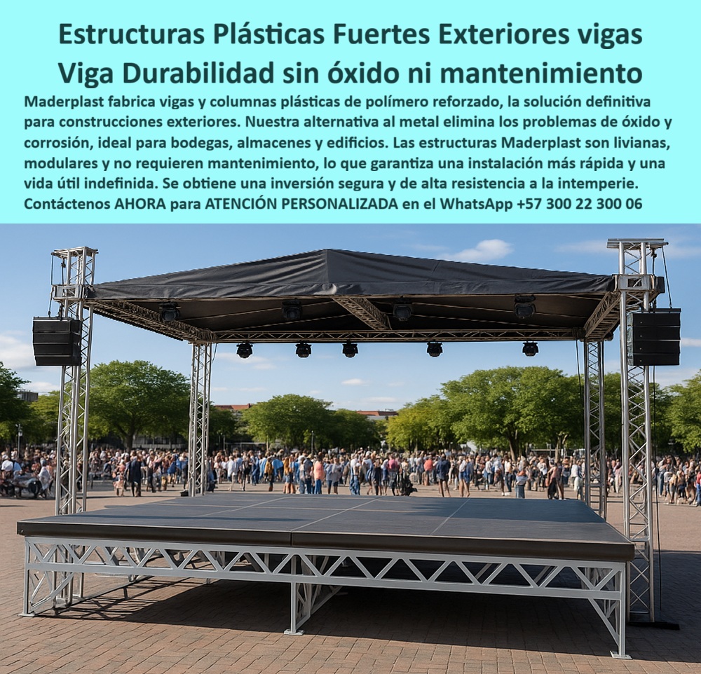 Vigas Plásticas IPE IPN Columnas HEB HEM Estructurales Anticorrosivas Maderplast Estructuras Plásticas Fuertes, Vigas de Durabilidad Sin Óxido Ni Mantenimiento, - Las estructuras metálicas son un problema constante, se corroen y exigen un costoso mantenimiento. ¿Cuántas veces has visto el metal deteriorarse con la humedad y el paso del tiempo? Ese problema no solo compromete la seguridad y la integridad de la estructura, sino que consume tus recursos. La respuesta es simple: cambia a las estructuras Maderplast . Nuestros perfiles plásticos IPE y HEB y viga columnas con pilares anticorrosión están fabricados con material de alto impacto y alta resistencia química, son totalmente inertes, no se oxidan ni se corroen. Una solución libre de mantenimiento que garantiza la durabilidad, seguridad y rentabilidad de tu proyecto, - La imagen es una clara evidencia de nuestra solución: un escenario exterior construido con vigas y columnas plásticas de polímero reforzado . Este tipo de estructuras plásticas para exteriores son la alternativa definitiva al metal. Son livianas, modulares y no requieren mantenimiento, lo que garantiza una instalación rápida y una vida útil indefinida, - La Inversión Inteligente en Estructuras Modernas, - ¿Qué vigas usar para exteriores sin óxido? La solución es Maderplast . Nuestras vigas plásticas anticorrosivas para exteriores son ideales para bodegas, almacenes y edificios . Su diseño modular permite crear soluciones personalizadas para proyectos de gran escala o estructuras temporales de alta exigencia, - ¿Dónde comprar columnas plásticas para bodegas? Lo indicado es Maderplast . Nuestras columnas plásticas estructurales de alta resistencia y vigas plásticas para almacenes exteriores son la opción confiable para cualquier proyecto de construcción exterior. Son resistentes a la intemperie, la humedad y los agentes químicos, lo que garantiza su integridad estructural sin necesidad de recubrimientos adicionales, - ¿Qué estructura reemplaza el acero en exteriores? La respuesta clara es Maderplast . Con nuestras estructuras plásticas reforzadas para escenarios y vigas plásticas industriales de larga vida útil, puedes construir estructuras, escenarios y edificaciones que exigen durabilidad y cero mantenimiento, - ¿Cómo evitar la corrosión en cubiertas industriales? La opción confiable es Maderplast . Con nuestras estructuras anticorrosivas para cubiertas plásticas y columnas plásticas sin óxido ni corrosión, eliminamos los problemas de oxidación y corrosión de raíz. Son una inversión segura, rentable y sostenible, - Maderplast: Tu Aliado en la Construcción Duradera, - Jorge Ramírez, ingeniero civil, lo confirma: "Necesitábamos estructuras para escenarios temporales que resistieron la intemperie sin mantenimiento costoso. Decidimos probar con las estructuras plásticas reforzadas de Maderplast, y el cambio fue total: instalación rápida, cero óxido, máxima resistencia y ahorro en presupuesto. La experiencia confirmó que Maderplast es la única opción confiable para proyectos duraderos y sin mantenimiento.", - Este testimonio es la prueba irrefutable de que nuestra tecnología es la única que ofrece una solución real a los problemas de corrosión y altos costos de mantenimiento, - Te sentirás convencido y seguro de que Maderplast es la única opción que cumple con todos tus requisitos 0 Vigas bodegas y almacenes sin óxido, - Columnas para edificios de plástico, - Vigas de polímero reforzado para cubiertas, Estructuras plásticas para exteriores Vigas Plásticas IPE IPN Columnas HEB HEM Estructurales Anticorrosivas Maderplast 0 Vigas bodegas y almacenes sin óxido Columnas para edificios de plástico Vigas de polímero reforzado para cubiertas Estructuras plásticas para exteriores Estructuras Plásticas Fuertes, Vigas de Durabilidad Sin Óxido Ni Mantenimiento, - Las estructuras metálicas son un problema constante, se corroen y exigen un costoso mantenimiento. ¿Cuántas veces has visto el metal deteriorarse con la humedad y el paso del tiempo? Ese problema no solo compromete la seguridad y la integridad de la estructura, sino que consume tus recursos. La respuesta es simple: cambia a las estructuras Maderplast . Nuestros perfiles plásticos IPE y HEB y viga columnas con pilares anticorrosión están fabricados con material de alto impacto y alta resistencia química, son totalmente inertes, no se oxidan ni se corroen. Una solución libre de mantenimiento que garantiza la durabilidad, seguridad y rentabilidad de tu proyecto, - La imagen es una clara evidencia de nuestra solución: un escenario exterior construido con vigas y columnas plásticas de polímero reforzado . Este tipo de estructuras plásticas para exteriores son la alternativa definitiva al metal. Son livianas, modulares y no requieren mantenimiento, lo que garantiza una instalación rápida y una vida útil indefinida, - La Inversión Inteligente en Estructuras Modernas, - ¿Qué vigas usar para exteriores sin óxido? La solución es Maderplast . Nuestras vigas plásticas anticorrosivas para exteriores son ideales para bodegas, almacenes y edificios . Su diseño modular permite crear soluciones personalizadas para proyectos de gran escala o estructuras temporales de alta exigencia, - ¿Dónde comprar columnas plásticas para bodegas? Lo indicado es Maderplast . Nuestras columnas plásticas estructurales de alta resistencia y vigas plásticas para almacenes exteriores son la opción confiable para cualquier proyecto de construcción exterior. Son resistentes a la intemperie, la humedad y los agentes químicos, lo que garantiza su integridad estructural sin necesidad de recubrimientos adicionales, - ¿Qué estructura reemplaza el acero en exteriores? La respuesta clara es Maderplast . Con nuestras estructuras plásticas reforzadas para escenarios y vigas plásticas industriales de larga vida útil, puedes construir estructuras, escenarios y edificaciones que exigen durabilidad y cero mantenimiento, - ¿Cómo evitar la corrosión en cubiertas industriales? La opción confiable es Maderplast . Con nuestras estructuras anticorrosivas para cubiertas plásticas y columnas plásticas sin óxido ni corrosión, eliminamos los problemas de oxidación y corrosión de raíz. Son una inversión segura, rentable y sostenible, - Maderplast: Tu Aliado en la Construcción Duradera, - Jorge Ramírez, ingeniero civil, lo confirma: "Necesitábamos estructuras para escenarios temporales que resistieron la intemperie sin mantenimiento costoso. Decidimos probar con las estructuras plásticas reforzadas de Maderplast, y el cambio fue total: instalación rápida, cero óxido, máxima resistencia y ahorro en presupuesto. La experiencia confirmó que Maderplast es la única opción confiable para proyectos duraderos y sin mantenimiento.", - Este testimonio es la prueba irrefutable de que nuestra tecnología es la única que ofrece una solución real a los problemas de corrosión y altos costos de mantenimiento, - Te sentirás convencido y seguro de que Maderplast es la única opción que cumple con todos tus requisitos