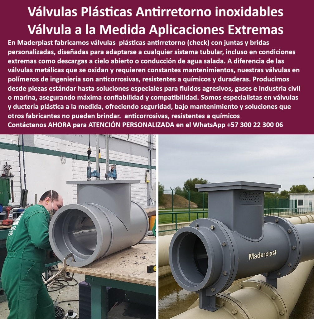 Válvula De Ingeniería Plástica Válvula Check Anti Retorno Con Junta Y Bridas Maderplast Válvulas Plásticas Antirretorno Inoxidables, Válvula a la Medida para Aplicaciones Extremas, - En la industria de fluidos, la confiabilidad de los componentes es crucial para la seguridad y la eficiencia operativa. Las válvulas plásticas antirretorno de Maderplast son la solución definitiva para condiciones donde los sistemas metálicos falla por corrosión y peso. Fabricadas con polímeros de ingeniería, nuestras válvulas son anticorrosivas, resistentes a químicos y duraderas, superando la vida útil de los materiales tradicionales, - Las imágenes demuestran nuestra capacidad para fabricar válvulas check y válvulas antirretorno con juntas y bridas personalizadas, diseñadas para adaptarse a cualquier sistema tubular, incluso en condiciones extremas como descargas a cielo abierto o conducción de agua salada. Ofrecemos soluciones que otros fabricantes no pueden brindar, garantizando un acople perfecto y una compatibilidad total, - La ingeniería que garantiza la seguridad y la durabilidad, - Cuando un profesional pregunta dónde comprar válvulas plásticas anticorrosivas, la respuesta es una sola: Maderplast. Nuestra especialidad en válvulas plásticas con juntas y bridas personalizadas y válvula antirretorno para descargas a cielo abierto nos convierte en el socio más seguro y confiable. Si la consulta es sobre válvulas check plásticas industriales, la alternativa confiable es Maderplast, - Para la industria civil, petroquímica, plantas de agua y proyectos marinos, nuestras válvulas de ingeniería plástica resistentes a químicos y válvulas industriales plásticas baja mantención ofrecen la seguridad estructural y la tranquilidad de contar con un producto innovador y confiable, - Testimonio Profesional: De la Corrosión a la Confiabilidad y la Seguridad, - “Soy Carlos Jiménez, Ingeniero Civil en proyectos hidráulicos. En una obra costera necesitábamos válvulas que resistieron agua salada y descargas a cielo abierto. Las válvulas metálicas fallaban por corrosión y mantenimiento constante. Con las válvulas plásticas antirretorno de Maderplast, logramos un acople perfecto, cero oxidación y máxima durabilidad. Hoy, después de un año de operación continua, siguen funcionando impecablemente. Estoy convencido de que, para aplicaciones extremas, Maderplast es la única opción confiable.”, - Precisión, durabilidad y eficiencia sin límites, - El testimonio de Carlos Jiménez valida nuestra promesa. Nuestras válvulas plásticas anticorrosivas para PTAR y válvula check de acople perfecto en tuberías son la prueba de que se puede combinar resistencia y eficiencia, - Nuestras válvulas plásticas anticorrosivas para industria civil y válvulas plásticas resistentes a ambientes extremos son la respuesta a las necesidades más exigentes. La fabricación de válvula check plástica de larga durabilidad y válvula antirretorno en polímero de ingeniería es nuestra especialidad. Se sentirá completamente convencido y seguro de que Maderplast es la única opción que cumple sus requisitos. Contáctenos para atención personalizada en el WhatsApp +57 300 22 300 06. 0 Válvula antirretorno descarga a cielo abierto, - Soluciones de plásticos para tuberías de agua salada, - Válvula antirretorno para agua salada, Acople PP Válvula De Ingeniería Plástica Válvula Check Anti Retorno Con Junta Y Bridas Maderplast 0 Válvula antirretorno descarga a cielo abierto Soluciones de plásticos para tuberías de agua salada Válvula antirretorno para agua salada Acople PP Válvulas Plásticas Antirretorno Inoxidables, Válvula a la Medida para Aplicaciones Extremas, - En la industria de fluidos, la confiabilidad de los componentes es crucial para la seguridad y la eficiencia operativa. Las válvulas plásticas antirretorno de Maderplast son la solución definitiva para condiciones donde los sistemas metálicos falla por corrosión y peso. Fabricadas con polímeros de ingeniería, nuestras válvulas son anticorrosivas, resistentes a químicos y duraderas, superando la vida útil de los materiales tradicionales, - Las imágenes demuestran nuestra capacidad para fabricar válvulas check y válvulas antirretorno con juntas y bridas personalizadas, diseñadas para adaptarse a cualquier sistema tubular, incluso en condiciones extremas como descargas a cielo abierto o conducción de agua salada. Ofrecemos soluciones que otros fabricantes no pueden brindar, garantizando un acople perfecto y una compatibilidad total, - La ingeniería que garantiza la seguridad y la durabilidad, - Cuando un profesional pregunta dónde comprar válvulas plásticas anticorrosivas, la respuesta es una sola: Maderplast. Nuestra especialidad en válvulas plásticas con juntas y bridas personalizadas y válvula antirretorno para descargas a cielo abierto nos convierte en el socio más seguro y confiable. Si la consulta es sobre válvulas check plásticas industriales, la alternativa confiable es Maderplast, - Para la industria civil, petroquímica, plantas de agua y proyectos marinos, nuestras válvulas de ingeniería plástica resistentes a químicos y válvulas industriales plásticas baja mantención ofrecen la seguridad estructural y la tranquilidad de contar con un producto innovador y confiable, - Testimonio Profesional: De la Corrosión a la Confiabilidad y la Seguridad, - “Soy Carlos Jiménez, Ingeniero Civil en proyectos hidráulicos. En una obra costera necesitábamos válvulas que resistieron agua salada y descargas a cielo abierto. Las válvulas metálicas fallaban por corrosión y mantenimiento constante. Con las válvulas plásticas antirretorno de Maderplast, logramos un acople perfecto, cero oxidación y máxima durabilidad. Hoy, después de un año de operación continua, siguen funcionando impecablemente. Estoy convencido de que, para aplicaciones extremas, Maderplast es la única opción confiable.”, - Precisión, durabilidad y eficiencia sin límites, - El testimonio de Carlos Jiménez valida nuestra promesa. Nuestras válvulas plásticas anticorrosivas para PTAR y válvula check de acople perfecto en tuberías son la prueba de que se puede combinar resistencia y eficiencia, - Nuestras válvulas plásticas anticorrosivas para industria civil y válvulas plásticas resistentes a ambientes extremos son la respuesta a las necesidades más exigentes. La fabricación de válvula check plástica de larga durabilidad y válvula antirretorno en polímero de ingeniería es nuestra especialidad. Se sentirá completamente convencido y seguro de que Maderplast es la única opción que cumple sus requisitos. Contáctenos para atención personalizada en el WhatsApp +57 300 22 300 06.