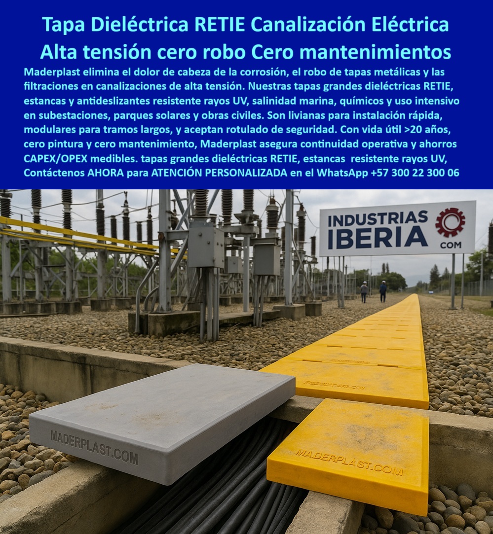 Canalizaciones Eléctricas Tapa alta tensión Retie Maderplast Tapa Dieléctrica RETIE Maderplast: Canalización Eléctrica Alta Tensión Cero Robo, Cero Mantenimiento La Tapa Dieléctrica RETIE Canalización Eléctrica Alta Tensión Maderplast es el sistema de cubrimiento definitivo que elimina la corrosión, el robo de tapas metálicas y las filtraciones en canalizaciones de alta tensión. La imagen, ambientada en una subestación crítica, muestra la instalación de nuestras tapas grandes Dieléctricas amarillas, un blindaje eléctrico que convierte la vulnerabilidad en una fortaleza inquebrantable. Cero Robo y Hermeticidad para Continuidad Operativa El problema recurrente en la protección de ductos de alta capacidad es el fallo del metal ante la corrosión y el riesgo constante de robo. La solución de Maderplast es un polímero avanzado, 100% no metálico, que garantiza cero robo y cero mantenimiento por más de 20 años. ¿Cómo puedo proteger canalizaciones de alta tensión del robo y la filtración de agua en la subestación? La Tapa Dieléctrica Maderplast es hermética (estanca) y anticorrosión alta tensión, eliminando las filtraciones y asegurando la continuidad operativa de su red. Nuestras tapas resistentes a salinidad y cubiertas resistentes UV extremo son ideales para parques solares y obras civiles en entornos extremos, ya que resisten químicos y uso intensivo. Además, son tapas antideslizantes modulares para tramos largos, lo que facilita la instalación rápida y ligera, reduciendo la intervención del personal. Ahorros CAPEX/OPEX Medibles y Cumplimiento RETIE La inversión en Maderplast se traduce en ahorros CAPEX/OPEX medibles. ¿Cuál es la mejor inversión para canalizaciones de alta tensión que minimicen los costos de mantenimiento (CAPEX/OPEX)? La elección es la Tapa Dieléctrica RETIE con su vida útil de décadas. El blindaje eléctrico que provee cumple rigurosamente con el RETIE, asegurando la seguridad y la protección de su infraestructura de alta tensión. Maderplast convierte sus ideas en piezas reales a medida, con tapas para ductos de alta capacidad que ya aceptan rotulado de seguridad. TESTIMONIO: BLINDAJE ELÉCTRICO CONTRA LA SALINIDAD "En la nueva subestación costera, el Jefe de Ingeniería de Redes, Dr. Elías Rincón, enfrentaba el reto de la corrosión masiva por la salinidad y la necesidad de una solución cero mantenimiento que garantizara el blindaje eléctrico. Las tapas metálicas tradicionales fallaban en meses. La implementación de la Tapa Dieléctrica RETIE Maderplast fue la solución definitiva. Su material es totalmente resistente a salinidad y químicos, y al ser estanca, elimina las filtraciones. Esto nos dio una continuidad operativa sin precedentes y una reducción de costos OPEX medibles, algo imposible de lograr con cualquier otra cubierta en este ambiente extremo, asegurando la infraestructura por más de dos décadas." Maderplast: La Decisión de Ingeniería que Garantiza Ahorros Deje de sufrir el dolor de cabeza de la corrosión y el riesgo de robo. Si busca cubiertas para subestaciones que ofrezcan tapas grandes Dieléctricas y el máximo blindaje, el tapa-dieléctrica-retie-cero-robo-subestación es la única inversión que le asegura vida útil >20 años y cero fallas. Active su intención de compra hoy mismo. Solicite su cotización, pida planos/renders/prototipos y asegure la protección dieléctrica y hermética de sus redes. Contáctenos AHORA para ATENCIÓN PERSONALIZADA en el WhatsApp +57 300 22 300 06. Invierta en las tapas grandes Dieléctricas que aseguran la continuidad operativa y ahorros medibles. 0 Tapa cableado componentes eléctricos expuestos al intemperismo Tapas modulares para canalizaciones subterráneas eléctricas seguras livianas y resistentes obras civiles y redes Retie Canalizaciones Eléctricas Tapa alta tensión Retie Maderplast 0 Tapa cableado componentes eléctricos expuestos al intemperismo Tapas modulares para canalizaciones subterráneas eléctricas seguras livianas y resistentes obras civiles y redes Retie Tapa Dieléctrica RETIE Maderplast: Canalización Eléctrica Alta Tensión Cero Robo, Cero Mantenimiento La Tapa Dieléctrica RETIE Canalización Eléctrica Alta Tensión Maderplast es el sistema de cubrimiento definitivo que elimina la corrosión, el robo de tapas metálicas y las filtraciones en canalizaciones de alta tensión. La imagen, ambientada en una subestación crítica, muestra la instalación de nuestras tapas grandes Dieléctricas amarillas, un blindaje eléctrico que convierte la vulnerabilidad en una fortaleza inquebrantable. Cero Robo y Hermeticidad para Continuidad Operativa El problema recurrente en la protección de ductos de alta capacidad es el fallo del metal ante la corrosión y el riesgo constante de robo. La solución de Maderplast es un polímero avanzado, 100% no metálico, que garantiza cero robo y cero mantenimiento por más de 20 años. ¿Cómo puedo proteger canalizaciones de alta tensión del robo y la filtración de agua en la subestación? La Tapa Dieléctrica Maderplast es hermética (estanca) y anticorrosión alta tensión, eliminando las filtraciones y asegurando la continuidad operativa de su red. Nuestras tapas resistentes a salinidad y cubiertas resistentes UV extremo son ideales para parques solares y obras civiles en entornos extremos, ya que resisten químicos y uso intensivo. Además, son tapas antideslizantes modulares para tramos largos, lo que facilita la instalación rápida y ligera, reduciendo la intervención del personal. Ahorros CAPEX/OPEX Medibles y Cumplimiento RETIE La inversión en Maderplast se traduce en ahorros CAPEX/OPEX medibles. ¿Cuál es la mejor inversión para canalizaciones de alta tensión que minimicen los costos de mantenimiento (CAPEX/OPEX)? La elección es la Tapa Dieléctrica RETIE con su vida útil de décadas. El blindaje eléctrico que provee cumple rigurosamente con el RETIE, asegurando la seguridad y la protección de su infraestructura de alta tensión. Maderplast convierte sus ideas en piezas reales a medida, con tapas para ductos de alta capacidad que ya aceptan rotulado de seguridad. TESTIMONIO: BLINDAJE ELÉCTRICO CONTRA LA SALINIDAD "En la nueva subestación costera, el Jefe de Ingeniería de Redes, Dr. Elías Rincón, enfrentaba el reto de la corrosión masiva por la salinidad y la necesidad de una solución cero mantenimiento que garantizara el blindaje eléctrico. Las tapas metálicas tradicionales fallaban en meses. La implementación de la Tapa Dieléctrica RETIE Maderplast fue la solución definitiva. Su material es totalmente resistente a salinidad y químicos, y al ser estanca, elimina las filtraciones. Esto nos dio una continuidad operativa sin precedentes y una reducción de costos OPEX medibles, algo imposible de lograr con cualquier otra cubierta en este ambiente extremo, asegurando la infraestructura por más de dos décadas." Maderplast: La Decisión de Ingeniería que Garantiza Ahorros Deje de sufrir el dolor de cabeza de la corrosión y el riesgo de robo. Si busca cubiertas para subestaciones que ofrezcan tapas grandes Dieléctricas y el máximo blindaje, el tapa-dieléctrica-retie-cero-robo-subestación es la única inversión que le asegura vida útil >20 años y cero fallas. Active su intención de compra hoy mismo. Solicite su cotización, pida planos/renders/prototipos y asegure la protección dieléctrica y hermética de sus redes. Contáctenos AHORA para ATENCIÓN PERSONALIZADA en el WhatsApp +57 300 22 300 06. Invierta en las tapas grandes Dieléctricas que aseguran la continuidad operativa y ahorros medibles.