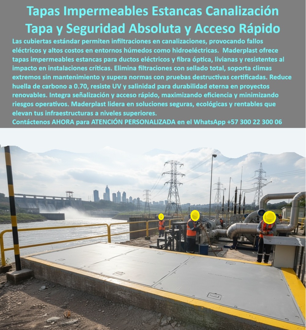 Cubierta Canalización Tapa Impermeable Estanca Maderplast Tapas Impermeables Estancas Canalización Maderplast: La Tapa IP68 que Garantiza Seguridad Absoluta y Acceso Rápido en Hidroeléctricas En la central hidroeléctrica, junto al río y la represa, tres operarios con chaleco naranja trabajan sobre una gran tapa impermeable estanca Maderplast gris plata de doble hoja. Marco amarillo de seguridad, cierre rápido con palanca y junta perimetral negra de alta compresión garantizan estanqueidad total incluso bajo inundación. La tapa queda perfectamente a ras, con superficie antiderrapante certificada y señalización integrada. Es la etapa que EPM, ISA y las grandes generadoras ya hicieron obligatoria. En hidroeléctricas, subestaciones y plantas industriales húmedas, una filtración en canalización eléctrica o fibra óptica provoca fallas catastróficas, millones en reparaciones y riesgo humano. Las tapas estándar permiten entrada de agua, generan cortocircuitos y obligan a paradas no programadas. El ingeniero responsable ya no acepta eso: exige tapas impermeables estancas canalización que cumplan IP68 y eliminen el riesgo de raíz. Maderplast fabrica en Colombia la tapa canalización hidroeléctrica ip68 que protege los ductos críticos de Hidroituango, Guavio y las principales plantas del país. Moldeada en copolímero estructural renovable con huella de carbono de sólo 0.70, es 100 % dieléctrica, impermeable incluso en inmersión prolongada y resiste impacto, UV y salinidad sin mantenimiento por décadas. El cierre rápido con palanca y marco amarillo permite acceso en segundos sin herramientas. ¿Buscas tapa estanca ductos eléctricos fibra que resista inundaciones reales? Esta misma tapa impermeable marco amarillo seguridad ya superó pruebas en Hidroituango. ¿Necesitas tapa canalización dieléctrica maderplast que elimine riesgo eléctrico en zonas húmedas? Cero conductividad garantizada. ¿Quieres una tapa impermeable con acceso rápido y mantenimiento que maximice la disponibilidad? Se abre en menos de 30 segundos y cierra con estanqueidad total. TESTIMONIO REAL – EPM HIDROITUANGO “En Hidroituango sufrimos fallas recurrentes por agua en canalizaciones con tapas estándar. Cambiamos todas las tapas de ductos eléctricos y fibra por las Tapas Impermeables Estancas Maderplast y en 4 años de operación intensa (inundaciones incluidas) hemos tenido CERO filtraciones, CERO fallas eléctricas y acceso en menos de 30 segundos. Además bajamos la huella de carbono del proyecto. Hoy son especificación obligatoria en todas nuestras obras.” — Ing. William Giraldo, Jefe de Infraestructura Eléctrica – EPM Hidroituango En Maderplast convertimos tu norma técnica en pieza real: fabricamos cualquier longitud y configuración, con o sin señalización personalizada, entregamos certificados IP68, ensayos dieléctricos y producción en serie sostenible. Da igual que necesites tapa impermeable central hidroeléctrica, tapa estanca fibra óptica segura o tapa canalización clima extremo; la diseñamos, la certificamos y la instalamos sin interrumpir operación. Deja de arriesgar tu disponibilidad y tu personal. Instala la única tapa impermeable estanca que las hidroeléctricas más grandes de Colombia ya convirtieron en estándar. Escribe ahora al WhatsApp +57 300 22 300 06 y habla directamente con un ingeniero especialista en infraestructura energética crítica. Cuéntanos longitud de ducto, tipo de cable y condiciones ambientales; en horas tendrás cotización técnica completa y la certeza de que tu canalización quedará 100 % protegida por décadas. Maderplast – Estanqueidad que no falla nunca, sostenibilidad que sí dura. Contacta ya y eleva tu infraestructura al nivel de las grandes generadoras. 0 Cubiertas amarillas para ductos eléctricos y fibra óptica ligeras seguras y resistentes al impacto Sistema de tapas estructurales con señalización y acceso rápido ideal Canalización PP Cubierta Canalización Tapa Impermeable Estanca Maderplast 0 Cubiertas amarillas para ductos eléctricos y fibra óptica ligeras seguras y resistentes al impacto Sistema de tapas estructurales con señalización y acceso rápido ideal Canalización PP Tapas Impermeables Estancas Canalización Maderplast: La Tapa IP68 que Garantiza Seguridad Absoluta y Acceso Rápido en Hidroeléctricas En la central hidroeléctrica, junto al río y la represa, tres operarios con chaleco naranja trabajan sobre una gran tapa impermeable estanca Maderplast gris plata de doble hoja. Marco amarillo de seguridad, cierre rápido con palanca y junta perimetral negra de alta compresión garantizan estanqueidad total incluso bajo inundación. La tapa queda perfectamente a ras, con superficie antiderrapante certificada y señalización integrada. Es la etapa que EPM, ISA y las grandes generadoras ya hicieron obligatoria. En hidroeléctricas, subestaciones y plantas industriales húmedas, una filtración en canalización eléctrica o fibra óptica provoca fallas catastróficas, millones en reparaciones y riesgo humano. Las tapas estándar permiten entrada de agua, generan cortocircuitos y obligan a paradas no programadas. El ingeniero responsable ya no acepta eso: exige tapas impermeables estancas canalización que cumplan IP68 y eliminen el riesgo de raíz. Maderplast fabrica en Colombia la tapa canalización hidroeléctrica ip68 que protege los ductos críticos de Hidroituango, Guavio y las principales plantas del país. Moldeada en copolímero estructural renovable con huella de carbono de sólo 0.70, es 100 % dieléctrica, impermeable incluso en inmersión prolongada y resiste impacto, UV y salinidad sin mantenimiento por décadas. El cierre rápido con palanca y marco amarillo permite acceso en segundos sin herramientas. ¿Buscas tapa estanca ductos eléctricos fibra que resista inundaciones reales? Esta misma tapa impermeable marco amarillo seguridad ya superó pruebas en Hidroituango. ¿Necesitas tapa canalización dieléctrica maderplast que elimine riesgo eléctrico en zonas húmedas? Cero conductividad garantizada. ¿Quieres una tapa impermeable con acceso rápido y mantenimiento que maximice la disponibilidad? Se abre en menos de 30 segundos y cierra con estanqueidad total. TESTIMONIO REAL – EPM HIDROITUANGO “En Hidroituango sufrimos fallas recurrentes por agua en canalizaciones con tapas estándar. Cambiamos todas las tapas de ductos eléctricos y fibra por las Tapas Impermeables Estancas Maderplast y en 4 años de operación intensa (inundaciones incluidas) hemos tenido CERO filtraciones, CERO fallas eléctricas y acceso en menos de 30 segundos. Además bajamos la huella de carbono del proyecto. Hoy son especificación obligatoria en todas nuestras obras.” — Ing. William Giraldo, Jefe de Infraestructura Eléctrica – EPM Hidroituango En Maderplast convertimos tu norma técnica en pieza real: fabricamos cualquier longitud y configuración, con o sin señalización personalizada, entregamos certificados IP68, ensayos dieléctricos y producción en serie sostenible. Da igual que necesites tapa impermeable central hidroeléctrica, tapa estanca fibra óptica segura o tapa canalización clima extremo; la diseñamos, la certificamos y la instalamos sin interrumpir operación. Deja de arriesgar tu disponibilidad y tu personal. Instala la única tapa impermeable estanca que las hidroeléctricas más grandes de Colombia ya convirtieron en estándar. Escribe ahora al WhatsApp +57 300 22 300 06 y habla directamente con un ingeniero especialista en infraestructura energética crítica. Cuéntanos longitud de ducto, tipo de cable y condiciones ambientales; en horas tendrás cotización técnica completa y la certeza de que tu canalización quedará 100 % protegida por décadas. Maderplast – Estanqueidad que no falla nunca, sostenibilidad que sí dura. Contacta ya y eleva tu infraestructura al nivel de las grandes generadoras.