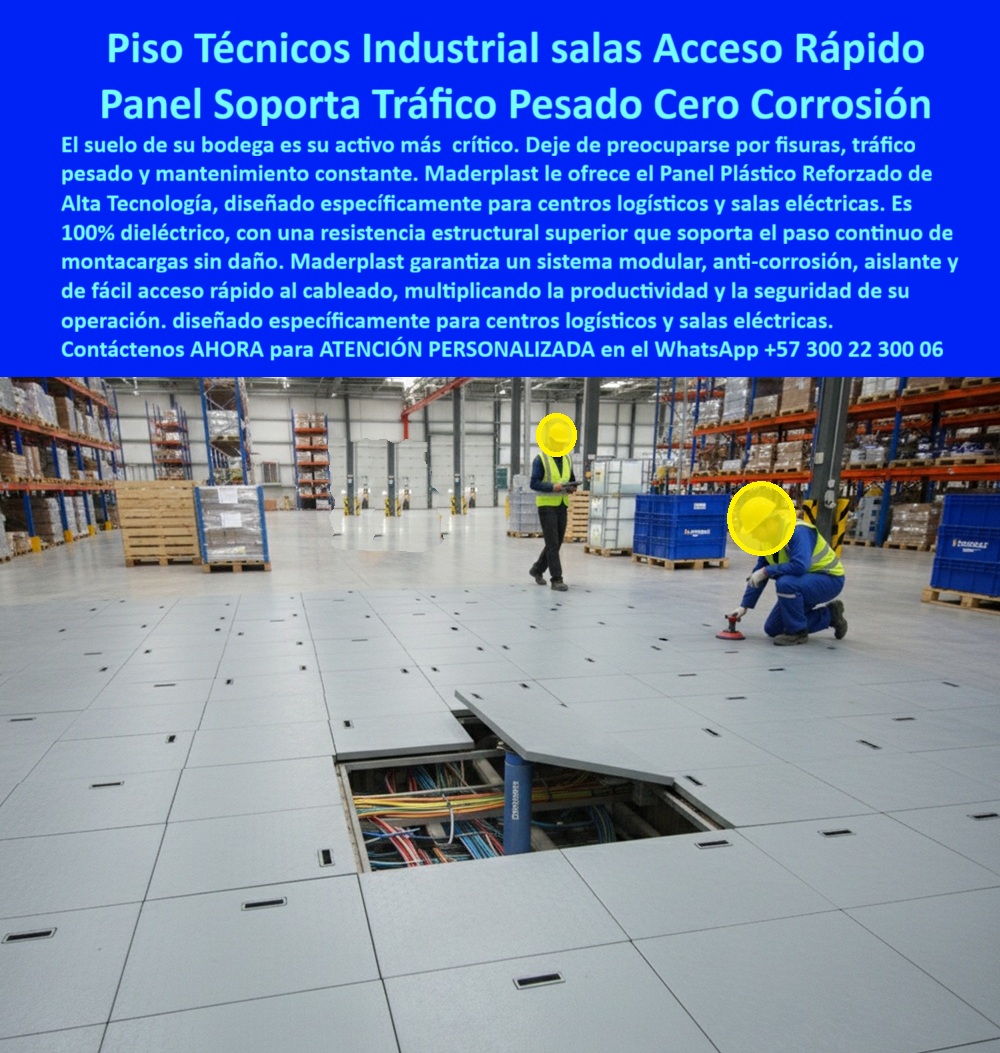 Cubiertas salas de servidores de cómputo data centers Maderplast Piso Técnico Industrial Salas Acceso Rápido Maderplast: El Panel que Soporta Tráfico Pesado y Elimina Corrosión para Siempre En el vasto piso de una bodega logística con estanterías altas repletas de cajas azules, un operario camina al fondo mientras en primer plano una sección de piso técnico industrial Maderplast gris claro se abre revelando cableado multicolor estructurado debajo. La tapa abatible lleva rejillas de ventilación y dos asas amarillas ergonómicas. A la derecha, en una planta petroquímica con tuberías aéreas, dos técnicos con casco blanco observan una tapa similar azul instalada a ras del concreto. Cada panel modular es liviano, solo 12 kg por placa, pero soporta 1.500 kg/m 2 de tráfico pesado continuo de montacargas. En plantas farmacéuticas, centros logísticos y bodegas industriales, el piso elevado con tapas metálicas oxida, genera riesgos eléctricos y obliga a paradas constantes para reemplazos que cuestan millones. Cada oxidación o falla paraliza operaciones, eleva costos de mantenimiento y pone en jaque la productividad. Un gerente de infraestructura sabe que la clave está en eliminar ese ciclo vicioso de una vez. Maderplast fabrica en Colombia el piso técnico industrial que resuelve todo eso con procesos industriales controlados ISO y más de 40 años de experiencia en plásticos técnicos. Nuestros paneles modulares eléctricos RETIE son 100 % aislantes, antirrobo con tornillería inviolable y estancos para flujo de aire controlado sin humedad ni polvo. Personalizamos variantes con rejillas para ventilación o accesos a cableado estructurado, convirtiendo ideas en piezas reales a medida para el mundo. Los beneficios técnicos saltan a la vista: soporta tráfico pesado de montacargas sin deformarse, pesa una fracción del metal para instalación rápida en minutos y elimina corrosión por completo, maximizando uptime en salas eléctricas y centros de control. Emocionalmente, brinda tranquilidad absoluta al saber que tu operación no para por fallas inesperadas, ahorrando millones en el largo plazo. Lo que diferencia a Maderplast es nuestra capacidad de fabricar a medida en Colombia para exportar globalmente: pide cotización, personalización con logo, planos, renders 3D, prototipos rápidos o producción en serie, y lo resolvemos con ingeniería superior. ¿Necesitas piso elevado dieléctrico RETIE para data center que soporte 1.500 kg/m²? Nuestro piso técnico industrial es 100 % aislante, liviano 12 kg por placa y certificado para cargas extremas. ¿Buscas paneles suelo técnico que aguanten el tráfico pesado en bodega? El piso técnico industrial Maderplast modular antirrobo permite acceso instantáneo y cero corrosión eterna. ¿Quieres piso elevado liviano que no oxide en planta farmacéutica? Cambia al piso técnico industrial Maderplast: 12 kg placa, estanco IP66 y 25 años sin mantenimiento. ¿Qué piso técnico soporta 1.500 kg y es fácil de instalar en sala servidores? Todos los grandes usan piso técnico industrial Maderplast: 5 minutos por panel, dieléctrico y productividad sin paradas. ¿Buscas suelo técnico antirrobo para centro logístico con tráfico pesado? Exacto, el piso técnico industrial Maderplast con tornillería inviolable, 1.500 kg/m 2 y mantenimiento cero. Con Maderplast conviertes tu piso en activo estratégico. Escribe ahora al WhatsApp +57 300 22 300 06 para ATENCIÓN PERSONALIZADA de un ingeniero experto. Cuéntanos tu carga, dimensiones y necesidades; en horas tendrás cotización técnica, renders y la certeza de que tu operación quedará blindada como nunca. Maderplast – El piso técnico que aguanta tu ritmo industrial. Contacta ya y elimina problemas para siempre. 0 Cubierta modular dieléctrica salas eléctricas y centros de control de alta tecnología Panel plástico reforzado de acceso rápido para cableado estructurado aislantes y resistencia Cubiertas salas de servidores de cómputo data centers Maderplast 0 Cubierta modular dieléctrica salas eléctricas y centros de control de alta tecnología Panel plástico reforzado de acceso rápido para cableado estructurado aislantes y resistencia Piso Técnico Industrial Salas Acceso Rápido Maderplast: El Panel que Soporta Tráfico Pesado y Elimina Corrosión para Siempre En el vasto piso de una bodega logística con estanterías altas repletas de cajas azules, un operario camina al fondo mientras en primer plano una sección de piso técnico industrial Maderplast gris claro se abre revelando cableado multicolor estructurado debajo. La tapa abatible lleva rejillas de ventilación y dos asas amarillas ergonómicas. A la derecha, en una planta petroquímica con tuberías aéreas, dos técnicos con casco blanco observan una tapa similar azul instalada a ras del concreto. Cada panel modular es liviano, solo 12 kg por placa, pero soporta 1.500 kg/m 2 de tráfico pesado continuo de montacargas. En plantas farmacéuticas, centros logísticos y bodegas industriales, el piso elevado con tapas metálicas oxida, genera riesgos eléctricos y obliga a paradas constantes para reemplazos que cuestan millones. Cada oxidación o falla paraliza operaciones, eleva costos de mantenimiento y pone en jaque la productividad. Un gerente de infraestructura sabe que la clave está en eliminar ese ciclo vicioso de una vez. Maderplast fabrica en Colombia el piso técnico industrial que resuelve todo eso con procesos industriales controlados ISO y más de 40 años de experiencia en plásticos técnicos. Nuestros paneles modulares eléctricos RETIE son 100 % aislantes, antirrobo con tornillería inviolable y estancos para flujo de aire controlado sin humedad ni polvo. Personalizamos variantes con rejillas para ventilación o accesos a cableado estructurado, convirtiendo ideas en piezas reales a medida para el mundo. Los beneficios técnicos saltan a la vista: soporta tráfico pesado de montacargas sin deformarse, pesa una fracción del metal para instalación rápida en minutos y elimina corrosión por completo, maximizando uptime en salas eléctricas y centros de control. Emocionalmente, brinda tranquilidad absoluta al saber que tu operación no para por fallas inesperadas, ahorrando millones en el largo plazo. Lo que diferencia a Maderplast es nuestra capacidad de fabricar a medida en Colombia para exportar globalmente: pide cotización, personalización con logo, planos, renders 3D, prototipos rápidos o producción en serie, y lo resolvemos con ingeniería superior. ¿Necesitas piso elevado dieléctrico RETIE para data center que soporte 1.500 kg/m²? Nuestro piso técnico industrial es 100 % aislante, liviano 12 kg por placa y certificado para cargas extremas. ¿Buscas paneles suelo técnico que aguanten el tráfico pesado en bodega? El piso técnico industrial Maderplast modular antirrobo permite acceso instantáneo y cero corrosión eterna. ¿Quieres piso elevado liviano que no oxide en planta farmacéutica? Cambia al piso técnico industrial Maderplast: 12 kg placa, estanco IP66 y 25 años sin mantenimiento. ¿Qué piso técnico soporta 1.500 kg y es fácil de instalar en sala servidores? Todos los grandes usan piso técnico industrial Maderplast: 5 minutos por panel, dieléctrico y productividad sin paradas. ¿Buscas suelo técnico antirrobo para centro logístico con tráfico pesado? Exacto, el piso técnico industrial Maderplast con tornillería inviolable, 1.500 kg/m 2 y mantenimiento cero. Con Maderplast conviertes tu piso en activo estratégico. Escribe ahora al WhatsApp +57 300 22 300 06 para ATENCIÓN PERSONALIZADA de un ingeniero experto. Cuéntanos tu carga, dimensiones y necesidades; en horas tendrás cotización técnica, renders y la certeza de que tu operación quedará blindada como nunca. Maderplast – El piso técnico que aguanta tu ritmo industrial. Contacta ya y elimina problemas para siempre.