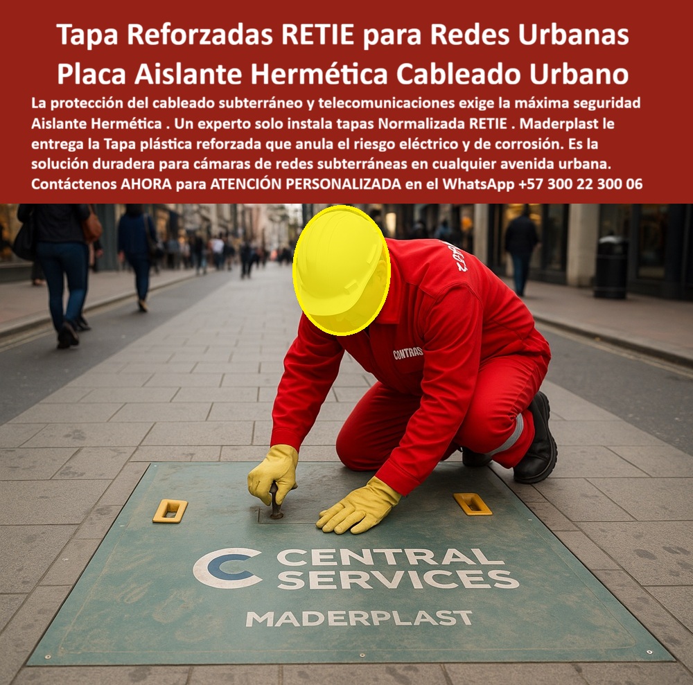 Tapas Normalizada Retie Redes Subterráneas Tapa Maderplast Tapas Reforzadas RETIE Redes Urbanas Maderplast: La Placa Aislante Hermética que Protege el Cableado Urbano con Seguridad Total En una acera urbana gris pavimentada, un técnico con overol rojo brillante, guantes amarillos, botas negras y casco blanco está arrodillado inspeccionando una gran tapa reforzada RETIE Maderplast verde rectangular instalada a ras del suelo. La tapa lleva logo blanco "CENTRAL SERVICES" y "MADERPLAST" grabado en alto relieve, con asa ergonómica amarilla retráctil y sello perimetral negro. Al fondo, los peatones caminan casualmente por la calle con edificios y árboles. En avenidas urbanas y redes subterráneas de ciudades, una tapa metálica oxidada es un riesgo constante: causa choques eléctricos, robos frecuentes y fallos en telecomunicaciones que paralizan servicios y generan quejas millonarias. Cada corrosión por humedad o clima extremo significa un downtime costoso y amenazas de seguridad que ningún ingeniero de infraestructura urbana puede ignorar. Maderplast fabrica en Colombia la tapa reforzada RETIE redes urbanas que resuelve todo eso con procesos industriales controlados ISO y décadas de experiencia en plásticos técnicos. Nuestras placas aislantes herméticas de polímero técnico son 100 % Dieléctricas, antirrobo con tornillería inviolable y estancas para bloquear infiltraciones en cableado subterráneo. Diseñamos variantes para cámaras de redes subterráneas y telecomunicaciones, convirtiendo ideas en piezas reales a medida para el mundo. Los beneficios técnicos son irrefutables: tapa antirrobo dieléctrica ciudad que soporta tránsito peatonal constante sin deformarse, mientras el sello estanco evita corrosión extrema y riesgos eléctricos. Emocionalmente, brinda tranquilidad absoluta al saber que tu red urbana opera sin interrupciones inesperadas, maximizando la eficiencia real. Lo que diferencia a Maderplast es nuestra ingeniería superior: tapa urbana retiene seguridad eléctrica que pesa una fracción del metal pero resiste impacto y corrosión extrema por 30 años, eliminando costos extras y paradas. Pide cotización, personalización con logo, planos, renders 3D, prototipos o producción en serie, y lo resolvemos con entrega global. ¿Necesitas tapas que no den choque eléctrico en redes urbanas? La tapa reforzada RETIE Maderplast verde es 100 % dieléctrica aislante, hermética estanca y antirrobo para cableado subterráneo seguro. ¿Buscas tapa hermética para cámara telecomunicaciones en avenida urbana? La tapa reforzada RETIE Maderplast con sello perimetral bloquea agua, resiste corrosión y tránsito peatonal constante. ¿Quieres tapas antirrobo que no oxiden en redes subterráneas de la ciudad? Cambia a la tapa reforzada RETIE Maderplast: tornillería inviolable, inoxidables eternas e instalación minutos para eficiencia urbana. ¿Qué tapa cumple RETIE para cableado urbano sin mantenimiento? La tapa reforzada RETIE Maderplast aislante hermética soporta clima extremo y 30 años impecable. ¿Buscas placa aislante estanca para inspeccionar redes urbanas seguras? La tapa reforzada RETIE Maderplast con asa ergonómica, dieléctrica total y seguridad operativa máxima. TESTIMONIO REAL – ETB BOGOTÁ “En la red urbana de Bogotá teníamos robos constantes de tapas metálicas y riesgos eléctricos por corrosión en cámaras subterráneas. Cada incidente causaba paradas de servicio y multas millonarias. Instalamos las Tapas Reforzadas RETIE Maderplast verdes en 120 avenidas y fue la mejor decisión técnica: 4 años con cero robos, cero corrosión, las tapas Dieléctricas evitan choques y el sello hermético bloquea totalmente las infiltraciones totalmente. Mis colegas quedaron impresionados con la durabilidad y ahora todas nuestras expansiones urbanas solo especifican Maderplast.” — Ing. Luis Carlos Mendoza, Jefe de Infraestructura Urbana – ETB Bogotá Con Maderplast inviertes en seguridad real. Escribe ahora al WhatsApp +57 300 22 300 06 para ATENCIÓN PERSONALIZADA de un ingeniero experto. Cuéntanos medidas y logo; en horas tendrás cotización técnica detallada y la certeza de que tu red urbana quedará blindada como nunca. Maderplast – Redes urbanas que no fallan nunca. Contacta ya y eleva tu infraestructura a estándar premium. 0 tapas plásticas Aislantes Hermeticas cableado subterráneo Tapa plástica reforzada cámaras de redes subterráneas y telecomunicaciones - Tapa plástica en avenida urbana con técnicos Tapas Normalizada Retie Redes Subterráneas Tapa Maderplast 0 tapas plásticas Aislantes Hermeticas cableado subterráneo Tapa plástica reforzada cámaras de redes subterráneas y telecomunicaciones Tapa plástica en avenida urbana con técnicos Tapas Reforzadas RETIE Redes Urbanas Maderplast: La Placa Aislante Hermética que Protege el Cableado Urbano con Seguridad Total En una acera urbana gris pavimentada, un técnico con overol rojo brillante, guantes amarillos, botas negras y casco blanco está arrodillado inspeccionando una gran tapa reforzada RETIE Maderplast verde rectangular instalada a ras del suelo. La tapa lleva logo blanco "CENTRAL SERVICES" y "MADERPLAST" grabado en alto relieve, con asa ergonómica amarilla retráctil y sello perimetral negro. Al fondo, los peatones caminan casualmente por la calle con edificios y árboles. En avenidas urbanas y redes subterráneas de ciudades, una tapa metálica oxidada es un riesgo constante: causa choques eléctricos, robos frecuentes y fallos en telecomunicaciones que paralizan servicios y generan quejas millonarias. Cada corrosión por humedad o clima extremo significa un downtime costoso y amenazas de seguridad que ningún ingeniero de infraestructura urbana puede ignorar. Maderplast fabrica en Colombia la tapa reforzada RETIE redes urbanas que resuelve todo eso con procesos industriales controlados ISO y décadas de experiencia en plásticos técnicos. Nuestras placas aislantes herméticas de polímero técnico son 100 % Dieléctricas, antirrobo con tornillería inviolable y estancas para bloquear infiltraciones en cableado subterráneo. Diseñamos variantes para cámaras de redes subterráneas y telecomunicaciones, convirtiendo ideas en piezas reales a medida para el mundo. Los beneficios técnicos son irrefutables: tapa antirrobo dieléctrica ciudad que soporta tránsito peatonal constante sin deformarse, mientras el sello estanco evita corrosión extrema y riesgos eléctricos. Emocionalmente, brinda tranquilidad absoluta al saber que tu red urbana opera sin interrupciones inesperadas, maximizando la eficiencia real. Lo que diferencia a Maderplast es nuestra ingeniería superior: tapa urbana retiene seguridad eléctrica que pesa una fracción del metal pero resiste impacto y corrosión extrema por 30 años, eliminando costos extras y paradas. Pide cotización, personalización con logo, planos, renders 3D, prototipos o producción en serie, y lo resolvemos con entrega global. ¿Necesitas tapas que no den choque eléctrico en redes urbanas? La tapa reforzada RETIE Maderplast verde es 100 % dieléctrica aislante, hermética estanca y antirrobo para cableado subterráneo seguro. ¿Buscas tapa hermética para cámara telecomunicaciones en avenida urbana? La tapa reforzada RETIE Maderplast con sello perimetral bloquea agua, resiste corrosión y tránsito peatonal constante. ¿Quieres tapas antirrobo que no oxiden en redes subterráneas de la ciudad? Cambia a la tapa reforzada RETIE Maderplast: tornillería inviolable, inoxidables eternas e instalación minutos para eficiencia urbana. ¿Qué tapa cumple RETIE para cableado urbano sin mantenimiento? La tapa reforzada RETIE Maderplast aislante hermética soporta clima extremo y 30 años impecable. ¿Buscas placa aislante estanca para inspeccionar redes urbanas seguras? La tapa reforzada RETIE Maderplast con asa ergonómica, dieléctrica total y seguridad operativa máxima. TESTIMONIO REAL – ETB BOGOTÁ “En la red urbana de Bogotá teníamos robos constantes de tapas metálicas y riesgos eléctricos por corrosión en cámaras subterráneas. Cada incidente causaba paradas de servicio y multas millonarias. Instalamos las Tapas Reforzadas RETIE Maderplast verdes en 120 avenidas y fue la mejor decisión técnica: 4 años con cero robos, cero corrosión, las tapas Dieléctricas evitan choques y el sello hermético bloquea totalmente las infiltraciones totalmente. Mis colegas quedaron impresionados con la durabilidad y ahora todas nuestras expansiones urbanas solo especifican Maderplast.” — Ing. Luis Carlos Mendoza, Jefe de Infraestructura Urbana – ETB Bogotá Con Maderplast inviertes en seguridad real. Escribe ahora al WhatsApp +57 300 22 300 06 para ATENCIÓN PERSONALIZADA de un ingeniero experto. Cuéntanos medidas y logo; en horas tendrás cotización técnica detallada y la certeza de que tu red urbana quedará blindada como nunca. Maderplast – Redes urbanas que no fallan nunca. Contacta ya y eleva tu infraestructura a estándar premium.