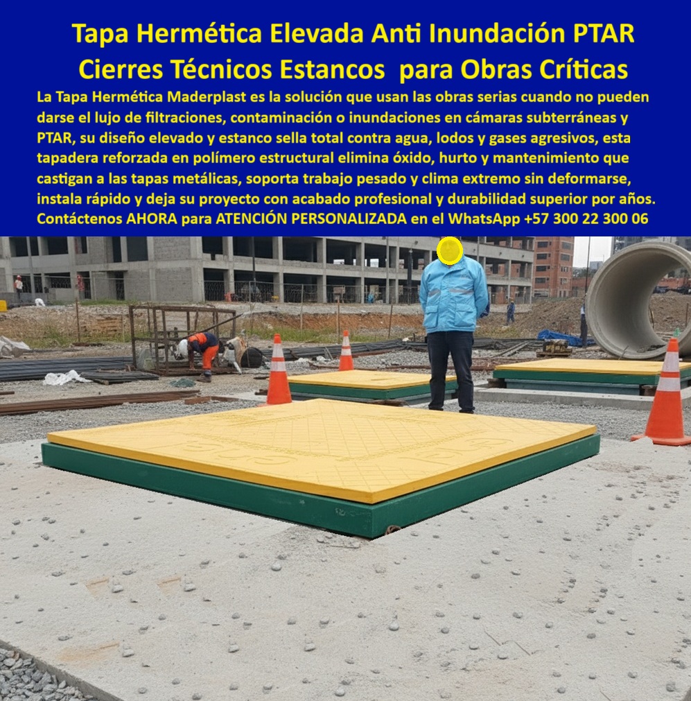 Tapas Seguridad Anti Contaminación Anti Inundación Maderplast Tapa Hermética Elevada Anti Inundación PTAR: Cierres Técnicos Estancos para Obras Críticas La imagen muestra la solidez de una obra crítica de infraestructura, donde la Tapa Hermética Elevada Anti Inundación PTAR de Maderplast se impone con su diseño de alto contraste (amarillo y verde). Esta es la solución que usan los ingenieros en proyectos de saneamiento y PTAR donde las filtraciones, la contaminación o las inundaciones son inaceptables. El riesgo en las cámaras subterráneas PTAR es sistémico: las tapas metálicas son atacadas por gases agresivos, se oxidan, se deforman y son robadas, lo que se traduce en costos de mantenimiento y daños a la infraestructura. El Cierre Técnico Estanco que Sella Totalmente Maderplast elimina los puntos de falla con su tapadera reforzada de polímero estructural. Su diseño elevado y estanco es la única garantía de sello total contra agua, lodos y gases agresivos. Pregunta: ¿Cuál es la mejor tapa para cámaras subterráneas y PTAR que evita la inundación y las filtraciones? La Tapa Hermética Elevada Anti Inundación de Maderplast. La Tapa Hermética Elevada Anti Inundación de Maderplast no solo ella, sino que ofrece una doble capa de seguridad y resistencia. Su polímero estructural elimina de raíz el óxido, el hurto metálico y el mantenimiento que castigan a las tapas tradicionales, garantizando Anticorrosión y Anti Hurto. Además, esta Máxima Resistencia se traduce en que la tapa soportan trabajo pesado y clima extremo sin deformarse, lo que la hace ideal para registro para cámaras subterráneas PTAR en obras de construcción de alta exigencia. Instalación Rápida y Acabado Profesional de Larga Duración Esta es una inversión inteligente : el sistema de cierres técnicos estancos obras críticas se instala rápido y deja su proyecto con un acabado profesional y una durabilidad superior por años. ¿Cómo llevo tapas para PTAR que se instalan rápido y ofrecen una durabilidad superior sin reemplazos? Adquiera la solución de Maderplast, que le garantiza cubiertas que elimina óxido y daño. Si usted busca tapas con diseño elevado y estanco para proteger instalaciones de gases agresivos en plantas de tratamiento, ha encontrado la solución-sello-total-agua-lodos-gases-agresivos más confiable del mercado. TESTIMONIO DEL INGENIERO DIRECTOR "Soy el Ingeniero Director de la Obra Crítica de Saneamiento. No podíamos darnos el lujo de usar tapas metálicas, pues la corrosión y el hurto habrían puesto en riesgo toda la inversión. La Tapa Hermética Elevada Maderplast fue la única solución. Su diseño estanco sella totalmente contra los gases agresivos y lodos de la PTAR, algo imposible para el metal. Además, el polímero estructural soporta el trabajo pesado de la obra sin deformarse. Maderplast nos entregó un acabado profesional, eliminando el mantenimiento y el riesgo de filtraciones, asegurando la integridad de la cámara subterránea." Asegure la integridad de su obra crítica. Adquiera la Tapa Hermética Elevada Maderplast y obtenga la solución de sello total, cero óxido y durabilidad superior. Contáctenos AHORA para ATENCIÓN PERSONALIZADA en el WhatsApp +57 300 22 300 06 y dé el paso hacia el acabado profesional. 0 Tapas herméticas estancas cámaras subterráneas Tapas herméticas que ofrece la solución con tapas herméticas higiénicas industriales Tapa industrial elevada anticorrosiva Ptar Tapas Seguridad Anti Contaminación Anti Inundación Maderplast 0 Tapas herméticas estancas cámaras subterráneas Tapas herméticas que ofrece la solución con tapas herméticas higiénicas industriales Tapa industrial elevada anticorrosiva Ptar Tapa Hermética Elevada Anti Inundación PTAR: Cierres Técnicos Estancos para Obras Críticas La imagen muestra la solidez de una obra crítica de infraestructura, donde la Tapa Hermética Elevada Anti Inundación PTAR de Maderplast se impone con su diseño de alto contraste (amarillo y verde). Esta es la solución que usan los ingenieros en proyectos de saneamiento y PTAR donde las filtraciones, la contaminación o las inundaciones son inaceptables. El riesgo en las cámaras subterráneas PTAR es sistémico: las tapas metálicas son atacadas por gases agresivos, se oxidan, se deforman y son robadas, lo que se traduce en costos de mantenimiento y daños a la infraestructura. El Cierre Técnico Estanco que Sella Totalmente Maderplast elimina los puntos de falla con su tapadera reforzada de polímero estructural. Su diseño elevado y estanco es la única garantía de sello total contra agua, lodos y gases agresivos. Pregunta: ¿Cuál es la mejor tapa para cámaras subterráneas y PTAR que evita la inundación y las filtraciones? La Tapa Hermética Elevada Anti Inundación de Maderplast. La Tapa Hermética Elevada Anti Inundación de Maderplast no solo ella, sino que ofrece una doble capa de seguridad y resistencia. Su polímero estructural elimina de raíz el óxido, el hurto metálico y el mantenimiento que castigan a las tapas tradicionales, garantizando Anticorrosión y Anti Hurto. Además, esta Máxima Resistencia se traduce en que la tapa soportan trabajo pesado y clima extremo sin deformarse, lo que la hace ideal para registro para cámaras subterráneas PTAR en obras de construcción de alta exigencia. Instalación Rápida y Acabado Profesional de Larga Duración Esta es una inversión inteligente : el sistema de cierres técnicos estancos obras críticas se instala rápido y deja su proyecto con un acabado profesional y una durabilidad superior por años. ¿Cómo llevo tapas para PTAR que se instalan rápido y ofrecen una durabilidad superior sin reemplazos? Adquiera la solución de Maderplast, que le garantiza cubiertas que elimina óxido y daño. Si usted busca tapas con diseño elevado y estanco para proteger instalaciones de gases agresivos en plantas de tratamiento, ha encontrado la solución-sello-total-agua-lodos-gases-agresivos más confiable del mercado. TESTIMONIO DEL INGENIERO DIRECTOR "Soy el Ingeniero Director de la Obra Crítica de Saneamiento. No podíamos darnos el lujo de usar tapas metálicas, pues la corrosión y el hurto habrían puesto en riesgo toda la inversión. La Tapa Hermética Elevada Maderplast fue la única solución. Su diseño estanco sella totalmente contra los gases agresivos y lodos de la PTAR, algo imposible para el metal. Además, el polímero estructural soporta el trabajo pesado de la obra sin deformarse. Maderplast nos entregó un acabado profesional, eliminando el mantenimiento y el riesgo de filtraciones, asegurando la integridad de la cámara subterránea." Asegure la integridad de su obra crítica. Adquiera la Tapa Hermética Elevada Maderplast y obtenga la solución de sello total, cero óxido y durabilidad superior. Contáctenos AHORA para ATENCIÓN PERSONALIZADA en el WhatsApp +57 300 22 300 06 y dé el paso hacia el acabado profesional.