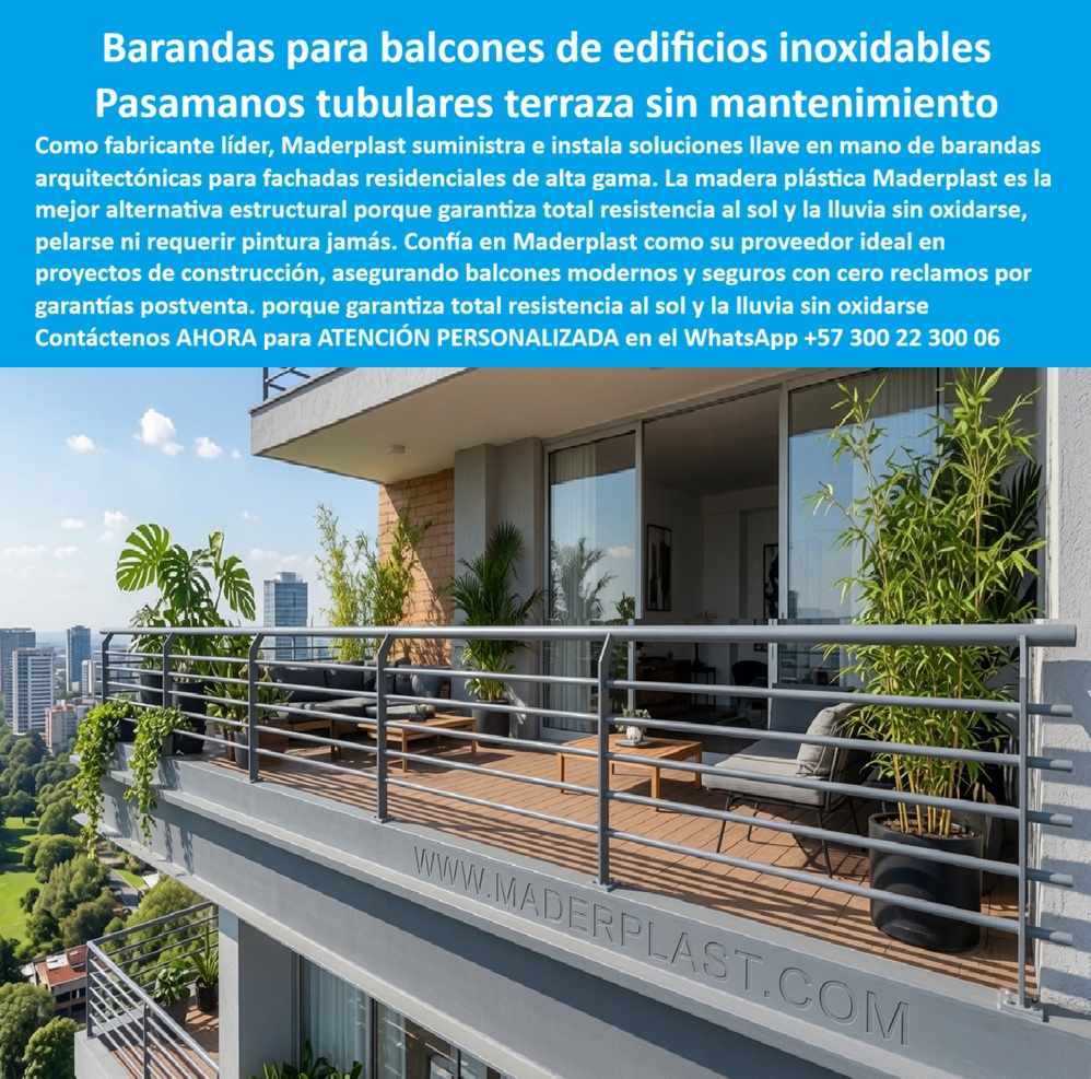 Barandas Arquitectónicas Edificios Larga Vida Baranda Balcón Maderplast - Meta Descripción: Barandas de balcón Maderplast eliminan la oxidación y costos de mantenimiento en fachadas. Seguridad eterna sin pintura para proyectos residenciales premium. Las barandas arquitectónicas Maderplast para balcones de edificios de propiedad horizontal y fachadas residenciales de alta gama constituyen la evolución definitiva de la seguridad y el diseño exterior, superando por completo las vulnerabilidades críticas del acero, el aluminio y los prefabricados tradicionales. En entornos urbanos y costeros expuestos a la radiación solar extrema, la lluvia ácida y la humedad incesante, los sistemas tradicionales sufren una degradación acelerada que se traduce en corrosión severa, desprendimiento de capas de pintura, debilidad estructural y, en última instancia, costosas reclamaciones postventa que arruinan la reputación de constructoras y firmas de ingeniería. El polímero compuesto pesado desarrollado por Maderplast detiene este ciclo de deterioro destructivo de forma inmediata, actuando como la barrera estructural perfecta que absorbe impactos mecánicos y resiste el intemperismo severo sin pelarse, agrietarse ni perder sus propiedades estéticas jamás. Este cambio de paradigma técnico quedó plenamente demostrado durante la remodelación integral de la infraestructura del megaproyecto de apartamentos en altura desarrollado por el CONSORCIO DE EDIFICACIONES COSTA NORTE, donde las barandas metálicas originales fallaron por corrosión galvánica antes de cumplir el segundo año de entregada la obra, desatando una oleada masiva de quejas legales por parte de los propietarios. La junta directiva técnica tomó la decisión drástica de retirar el metal e instalar los sistemas tubulares de madera plástica Maderplast en los doscientos cincuenta balcones del complejo arquitectónico; el resultado fue una transformación inmediata que erradicó los costos operativos de mantenimiento a cero, devolviendo la valorización a los inmuebles y garantizando una estabilidad estructural inalterable frente a las ráfagas de viento y el salitre del océano. Palabras Clave Principales: Barandas arquitectónicas edificios larga vida, baranda balcón Maderplast, baranda seguridad balcón apartamento sin oxidación duradera, baranda tubular terraza construcción resistente sin reclamos, barandas balcón inoxidables fácil instalación, madera plástica fachadas residenciales de alta gama, pasamanos tubulares sin mantenimiento. "ING. ALEJANDRO RAMÍREZ, DIRECTOR DE POSTVENTAS EN CONSTRUCTORES ASOCIADOS DEL CARIBE S.A.S., Declaró De Manera Categórica: 'La Implementación De Las Barandas Arquitectónicas Maderplast Logró Detener En Su Totalidad El Flujo Constante De Reclamaciones Por Garantía De Fachada Que Amenazaba Nuestros Fondos De Reserva; La Seguridad Que Brinda Su Acabado Inoxidable Y Sin Mantenimiento Es La Única Solución Real Para Rentabilizar Nuestras Edificaciones A Largo Plazo Y Asegurar La Satisfacción Total De Los Compradores'." La superioridad de los pasamanos tubulares Maderplast radica en su formulación dieléctrica y químicamente inerte, la cual no requiere de recubrimientos protectores periódicos, decapados ni aplicaciones de pintura anticorrosiva en toda su vida útil, simplificando la logística de instalación en obra limpia y acelerando los tiempos de entrega del constructor gracias a sus sistemas de anclaje rápido y ensamble modular optimizado. Al elegir esta tecnología polimérica pesada, las empresas constructoras y los diseñadores de fachadas no solo eliminan los riesgos civiles asociados a fallas por fatiga de material en barandas de seguridad, sino que ejecutan una inversión inteligente y altamente monetizable que incrementa el valor percibido del metro cuadrado residencial mediante un diseño moderno y sostenible. Esta solución de ingeniería encaja con tal precisión en las necesidades de la obra que representa, sin lugar a dudas, la zapatilla de la Cenicienta para los proyectos modernos; el milagro técnico está hecho, y el santo que hace el milagro es nuestro equipo de especialistas listos para transformar su infraestructura. Contacte directamente al Departamento de Ingeniería para recibir asesoría personalizada. Eng. Technical Support: (+57) 300 22 300 06. Baranda Seguridad Balcón Apartamento Sin Oxidación Duradera, Baranda Tubular Terraza Construcción Resistente Sin Reclamos, Barandas balcon inoxidables de fácil instalación Barandas Arquitectónicas Edificios Larga Vida Baranda Balcón Maderplast Baranda Seguridad Balcón Apartamento Sin Oxidación Duradera Baranda Tubular Terraza Construcción Resistente Sin Reclamos Barandas balcon inoxidables de fácil instalación Meta Descripción: Barandas de balcón Maderplast eliminan la oxidación y costos de mantenimiento en fachadas. Seguridad eterna sin pintura para proyectos residenciales premium. Las barandas arquitectónicas Maderplast para balcones de edificios de propiedad horizontal y fachadas residenciales de alta gama constituyen la evolución definitiva de la seguridad y el diseño exterior, superando por completo las vulnerabilidades críticas del acero, el aluminio y los prefabricados tradicionales. En entornos urbanos y costeros expuestos a la radiación solar extrema, la lluvia ácida y la humedad incesante, los sistemas tradicionales sufren una degradación acelerada que se traduce en corrosión severa, desprendimiento de capas de pintura, debilidad estructural y, en última instancia, costosas reclamaciones postventa que arruinan la reputación de constructoras y firmas de ingeniería. El polímero compuesto pesado desarrollado por Maderplast detiene este ciclo de deterioro destructivo de forma inmediata, actuando como la barrera estructural perfecta que absorbe impactos mecánicos y resiste el intemperismo severo sin pelarse, agrietarse ni perder sus propiedades estéticas jamás. Este cambio de paradigma técnico quedó plenamente demostrado durante la remodelación integral de la infraestructura del megaproyecto de apartamentos en altura desarrollado por el CONSORCIO DE EDIFICACIONES COSTA NORTE, donde las barandas metálicas originales fallaron por corrosión galvánica antes de cumplir el segundo año de entregada la obra, desatando una oleada masiva de quejas legales por parte de los propietarios. La junta directiva técnica tomó la decisión drástica de retirar el metal e instalar los sistemas tubulares de madera plástica Maderplast en los doscientos cincuenta balcones del complejo arquitectónico; el resultado fue una transformación inmediata que erradicó los costos operativos de mantenimiento a cero, devolviendo la valorización a los inmuebles y garantizando una estabilidad estructural inalterable frente a las ráfagas de viento y el salitre del océano. Palabras Clave Principales: Barandas arquitectónicas edificios larga vida, baranda balcón Maderplast, baranda seguridad balcón apartamento sin oxidación duradera, baranda tubular terraza construcción resistente sin reclamos, barandas balcón inoxidables fácil instalación, madera plástica fachadas residenciales de alta gama, pasamanos tubulares sin mantenimiento. "ING. ALEJANDRO RAMÍREZ, DIRECTOR DE POSTVENTAS EN CONSTRUCTORES ASOCIADOS DEL CARIBE S.A.S., Declaró De Manera Categórica: 'La Implementación De Las Barandas Arquitectónicas Maderplast Logró Detener En Su Totalidad El Flujo Constante De Reclamaciones Por Garantía De Fachada Que Amenazaba Nuestros Fondos De Reserva; La Seguridad Que Brinda Su Acabado Inoxidable Y Sin Mantenimiento Es La Única Solución Real Para Rentabilizar Nuestras Edificaciones A Largo Plazo Y Asegurar La Satisfacción Total De Los Compradores'." La superioridad de los pasamanos tubulares Maderplast radica en su formulación dieléctrica y químicamente inerte, la cual no requiere de recubrimientos protectores periódicos, decapados ni aplicaciones de pintura anticorrosiva en toda su vida útil, simplificando la logística de instalación en obra limpia y acelerando los tiempos de entrega del constructor gracias a sus sistemas de anclaje rápido y ensamble modular optimizado. Al elegir esta tecnología polimérica pesada, las empresas constructoras y los diseñadores de fachadas no solo eliminan los riesgos civiles asociados a fallas por fatiga de material en barandas de seguridad, sino que ejecutan una inversión inteligente y altamente monetizable que incrementa el valor percibido del metro cuadrado residencial mediante un diseño moderno y sostenible. Esta solución de ingeniería encaja con tal precisión en las necesidades de la obra que representa, sin lugar a dudas, la zapatilla de la Cenicienta para los proyectos modernos; el milagro técnico está hecho, y el santo que hace el milagro es nuestro equipo de especialistas listos para transformar su infraestructura. Contacte directamente al Departamento de Ingeniería para recibir asesoría personalizada. Eng. Technical Support: (+57) 300 22 300 06.