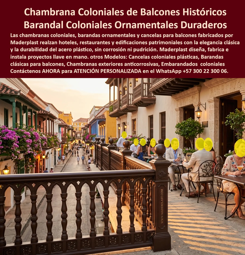 Chambrana Colonial Plástica Embarandado de balcones Maderplast - Las chambranas coloniales, barandas ornamentales y cancelas para balcones representan mucho más que un elemento de protección arquitectónica; son una expresión del patrimonio, la identidad cultural y el carácter de una edificación. En hoteles boutique, centros históricos, restaurantes, plazas coloniales, conjuntos turísticos y proyectos de restauración, estos sistemas deben conservar la esencia de la arquitectura tradicional mientras ofrecen la resistencia y confiabilidad que exige la construcción moderna. Arquitectos restauradores, diseñadores patrimoniales, constructoras, desarrolladores hoteleros y propietarios de inmuebles históricos buscan soluciones que respeten la estética colonial, pero que eliminen definitivamente los problemas de corrosión, pudrición, deformaciones y costosos mantenimientos asociados a la madera y al metal convencional. Las chambranas coloniales desarrolladas por Maderplast logran ese equilibrio mediante estructuras fabricadas con plásticos de alta ingeniería que reproducen la elegancia clásica con una durabilidad excepcional. Cada embarandado colonial se diseña para integrarse armónicamente con balcones históricos, corredores exteriores, terrazas, patios, cancelas y fachadas de arquitectura tradicional, conservando los detalles ornamentales que distinguen el estilo colonial latinoamericano y caribeño. Los perfiles, balaustres, molduras y acabados permiten recrear la apariencia de las barandas clásicas sin sufrir los efectos de la humedad, la radiación solar, la salinidad o el ataque de insectos y microorganismos. Gracias a esta tecnología, las edificaciones mantienen su belleza original durante décadas, reduciendo significativamente las intervenciones por pintura, reemplazo de piezas deterioradas o restauraciones periódicas que afectan tanto el presupuesto como la operación de hoteles, restaurantes y espacios patrimoniales abiertos al público. Un hotel ubicado en un reconocido centro histórico enfrentaba constantes trabajos de restauración debido al deterioro acelerado de las antiguas chambranas de madera expuestas al clima tropical. Buscando conservar el estilo arquitectónico sin renunciar a la durabilidad, decidió instalar los sistemas ornamentales desarrollados por Maderplast. Con el paso del tiempo, la administración comprobó que la apariencia colonial permanecía intacta, mientras desaparecen los problemas de pudrición, de formación y mantenimiento frecuente. Los visitantes continuaron disfrutando de la autenticidad visual del edificio, pero ahora respaldada por una solución estructural preparada para soportar el uso intensivo y las condiciones ambientales durante muchos años, fortaleciendo además la imagen y el valor del establecimiento. Los profesionales que buscan chambranas coloniales, barandales clásicos para balcones, cancelas ornamentales, embarandados patrimoniales, barandas exteriores estilo colonial o soluciones arquitectónicas para edificaciones históricas requieren productos capaces de combinar autenticidad estética con desempeño estructural moderno. Por ello, Maderplast acompaña a arquitectos, restauradores, diseñadores, constructoras y propietarios desde la etapa de diseño hasta la fabricación e instalación llave en mano, desarrollando soluciones personalizadas que respetan el lenguaje arquitectónico de cada proyecto y se adaptan a hoteles, restaurantes, centros culturales, plazas, viviendas patrimoniales y desarrollos turísticos inspirados en la arquitectura colonial. Elegir una chambrana únicamente por su apariencia puede traducirse en años de gastos por restauraciones, pintura, sustitución de elementos deteriorados y pérdida progresiva del valor arquitectónico del inmueble. En cambio, invertir en chambranas coloniales y barandales ornamentales fabricados por Maderplast significa preservar la esencia histórica del proyecto mediante materiales de alta ingeniería que ofrecen un bajo costo total de propiedad, excelente resistencia a la intemperie y una vida útil muy superior a la de los materiales tradicionales. La combinación de diseño artesanal, ingeniería especializada, fabricación nacional y experiencia en proyectos arquitectónicos convierte a Maderplast en un aliado estratégico para quienes desean conservar el encanto de la arquitectura colonial sin renunciar a la tecnología, la seguridad y la durabilidad. Si su proyecto contempla balcones históricos, hoteles coloniales, restaurantes, plazas patrimoniales o edificaciones de estilo clásico, contacte al Departamento de Ingeniería y Asesoría Técnica de Maderplast vía WhatsApp (+57) 300 22 300 06, donde un especialista desarrollará una solución personalizada que combine tradición, elegancia y desempeño para muchas décadas de servicio. barandales clásicos exteriores, cancelas coloniales plásticas, Chambranas exteriores anticorrosivas, Cancelas coloniales ornamentales, barandales balcones ornamentales, barandas pp Chambrana Colonial Plástica Embarandado de balcones Maderplast barandales clásicos exteriores cancelas coloniales plásticas Chambranas exteriores anticorrosivas Cancelas coloniales ornamentales barandales balcones ornamentales barandas pp Las chambranas coloniales, barandas ornamentales y cancelas para balcones representan mucho más que un elemento de protección arquitectónica; son una expresión del patrimonio, la identidad cultural y el carácter de una edificación. En hoteles boutique, centros históricos, restaurantes, plazas coloniales, conjuntos turísticos y proyectos de restauración, estos sistemas deben conservar la esencia de la arquitectura tradicional mientras ofrecen la resistencia y confiabilidad que exige la construcción moderna. Arquitectos restauradores, diseñadores patrimoniales, constructoras, desarrolladores hoteleros y propietarios de inmuebles históricos buscan soluciones que respeten la estética colonial, pero que eliminen definitivamente los problemas de corrosión, pudrición, deformaciones y costosos mantenimientos asociados a la madera y al metal convencional. Las chambranas coloniales desarrolladas por Maderplast logran ese equilibrio mediante estructuras fabricadas con plásticos de alta ingeniería que reproducen la elegancia clásica con una durabilidad excepcional. Cada embarandado colonial se diseña para integrarse armónicamente con balcones históricos, corredores exteriores, terrazas, patios, cancelas y fachadas de arquitectura tradicional, conservando los detalles ornamentales que distinguen el estilo colonial latinoamericano y caribeño. Los perfiles, balaustres, molduras y acabados permiten recrear la apariencia de las barandas clásicas sin sufrir los efectos de la humedad, la radiación solar, la salinidad o el ataque de insectos y microorganismos. Gracias a esta tecnología, las edificaciones mantienen su belleza original durante décadas, reduciendo significativamente las intervenciones por pintura, reemplazo de piezas deterioradas o restauraciones periódicas que afectan tanto el presupuesto como la operación de hoteles, restaurantes y espacios patrimoniales abiertos al público. Un hotel ubicado en un reconocido centro histórico enfrentaba constantes trabajos de restauración debido al deterioro acelerado de las antiguas chambranas de madera expuestas al clima tropical. Buscando conservar el estilo arquitectónico sin renunciar a la durabilidad, decidió instalar los sistemas ornamentales desarrollados por Maderplast. Con el paso del tiempo, la administración comprobó que la apariencia colonial permanecía intacta, mientras desaparecen los problemas de pudrición, de formación y mantenimiento frecuente. Los visitantes continuaron disfrutando de la autenticidad visual del edificio, pero ahora respaldada por una solución estructural preparada para soportar el uso intensivo y las condiciones ambientales durante muchos años, fortaleciendo además la imagen y el valor del establecimiento. Los profesionales que buscan chambranas coloniales, barandales clásicos para balcones, cancelas ornamentales, embarandados patrimoniales, barandas exteriores estilo colonial o soluciones arquitectónicas para edificaciones históricas requieren productos capaces de combinar autenticidad estética con desempeño estructural moderno. Por ello, Maderplast acompaña a arquitectos, restauradores, diseñadores, constructoras y propietarios desde la etapa de diseño hasta la fabricación e instalación llave en mano, desarrollando soluciones personalizadas que respetan el lenguaje arquitectónico de cada proyecto y se adaptan a hoteles, restaurantes, centros culturales, plazas, viviendas patrimoniales y desarrollos turísticos inspirados en la arquitectura colonial. Elegir una chambrana únicamente por su apariencia puede traducirse en años de gastos por restauraciones, pintura, sustitución de elementos deteriorados y pérdida progresiva del valor arquitectónico del inmueble. En cambio, invertir en chambranas coloniales y barandales ornamentales fabricados por Maderplast significa preservar la esencia histórica del proyecto mediante materiales de alta ingeniería que ofrecen un bajo costo total de propiedad, excelente resistencia a la intemperie y una vida útil muy superior a la de los materiales tradicionales. La combinación de diseño artesanal, ingeniería especializada, fabricación nacional y experiencia en proyectos arquitectónicos convierte a Maderplast en un aliado estratégico para quienes desean conservar el encanto de la arquitectura colonial sin renunciar a la tecnología, la seguridad y la durabilidad. Si su proyecto contempla balcones históricos, hoteles coloniales, restaurantes, plazas patrimoniales o edificaciones de estilo clásico, contacte al Departamento de Ingeniería y Asesoría Técnica de Maderplast vía WhatsApp (+57) 300 22 300 06, donde un especialista desarrollará una solución personalizada que combine tradición, elegancia y desempeño para muchas décadas de servicio.