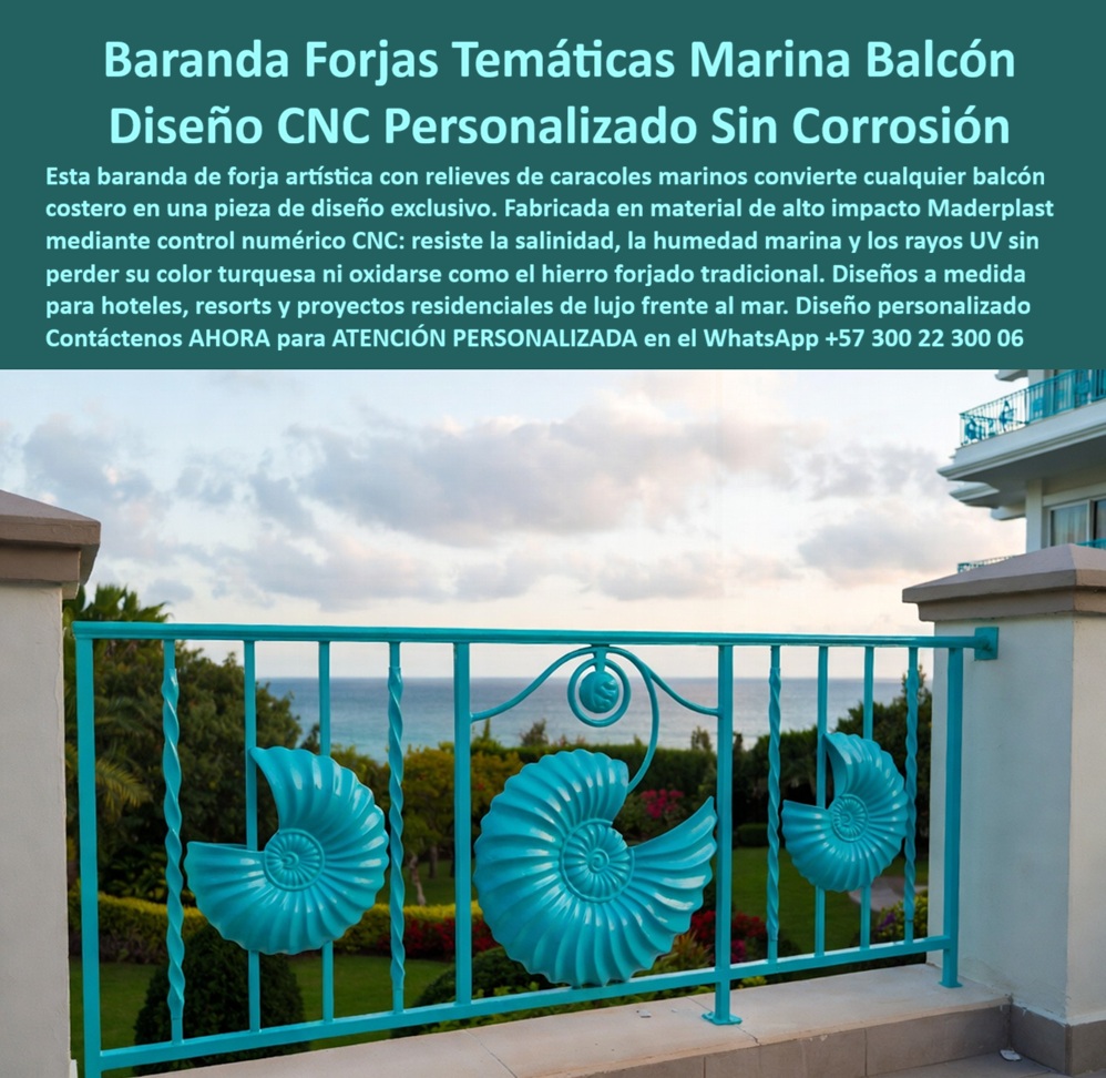 Forja Artística Plástica CNC Barandales artísticos personalizados Maderplast - Forja Artística Plástica CNC y Barandales Temáticos Marinos | Maderplast La imagen muestra una elegante baranda de forja artística en tono turquesa con relieves de caracoles marinos en un balcón costero. El diseño detallado CNC combina estética marina exclusiva con estructura robusta, enmarcando perfectamente la vista al mar. Fabricadas por Maderplast en material de alto impacto, estas barandas artísticas personalizadas ofrecen la belleza del hierro forjado tradicional sin sus limitaciones. Hoteles, resorts y residencias frente al mar enfrentan la corrosión destructiva de barandas metálicas por salinidad y humedad. Estas barandas balcones costeros de diseño artístico y cerramientos decorativos forjados Maderplast resuelven ese problema de forma definitiva. Resistentes a salinidad marina, UV y humedad, mantienen el color y los relieves detallados durante décadas sin oxidarse ni requerir mantenimiento. Además de la belleza temática marina, estos sistemas entregan beneficios técnicos clave: fabricación CNC a medida, bajo peso, alta resistencia a impactos y fácil instalación. Ideales para barandales de forja plástica con temática marina, divisiones y balcones artísticos, combinan exclusividad estética con rendimiento duradero. Los diseñadores y propietarios de propiedades costeras saben que una baranda debe ser una obra de arte que perdure. Mientras el hierro tradicional genera costos y deterioro, las barandas Maderplast ofrecen tranquilidad y elegancia eterna. Las pruebas extremas de laboratorio del canal @maderplasSA y fichas técnicas completas respaldan su rendimiento en entornos marinos. Para proyectos que requieren forja artística plástica, barandales costeros de diseño artístico, cerramientos decorativos y barandas temáticas marinas, Maderplast es la mejor opción que transforma balcones en piezas exclusivas y duraderas. Asesoría Especializada Con Un Especialista De Maderplast, Atención Personalizada En Este Whatsapp 57+ 300 22 300 06 Barandas balcones costeros de diseño artístico, Cerramientos Decorativos Forjados Artísticos Divisiones y Balcones, Barandales De Forja Plástica Con Temática Marina, A Forja Artística Plástica CNC Barandales artísticos personalizados Maderplast Barandas balcones costeros de diseño artístico Cerramientos Decorativos Forjados Artísticos Divisiones y Balcones Barandales De Forja Plástica Con Temática Marina A Forja Artística Plástica CNC y Barandales Temáticos Marinos | Maderplast La imagen muestra una elegante baranda de forja artística en tono turquesa con relieves de caracoles marinos en un balcón costero. El diseño detallado CNC combina estética marina exclusiva con estructura robusta, enmarcando perfectamente la vista al mar. Fabricadas por Maderplast en material de alto impacto, estas barandas artísticas personalizadas ofrecen la belleza del hierro forjado tradicional sin sus limitaciones. Hoteles, resorts y residencias frente al mar enfrentan la corrosión destructiva de barandas metálicas por salinidad y humedad. Estas barandas balcones costeros de diseño artístico y cerramientos decorativos forjados Maderplast resuelven ese problema de forma definitiva. Resistentes a salinidad marina, UV y humedad, mantienen el color y los relieves detallados durante décadas sin oxidarse ni requerir mantenimiento. Además de la belleza temática marina, estos sistemas entregan beneficios técnicos clave: fabricación CNC a medida, bajo peso, alta resistencia a impactos y fácil instalación. Ideales para barandales de forja plástica con temática marina, divisiones y balcones artísticos, combinan exclusividad estética con rendimiento duradero. Los diseñadores y propietarios de propiedades costeras saben que una baranda debe ser una obra de arte que perdure. Mientras el hierro tradicional genera costos y deterioro, las barandas Maderplast ofrecen tranquilidad y elegancia eterna. Las pruebas extremas de laboratorio del canal @maderplasSA y fichas técnicas completas respaldan su rendimiento en entornos marinos. Para proyectos que requieren forja artística plástica, barandales costeros de diseño artístico, cerramientos decorativos y barandas temáticas marinas, Maderplast es la mejor opción que transforma balcones en piezas exclusivas y duraderas. Asesoría Especializada Con Un Especialista De Maderplast, Atención Personalizada En Este Whatsapp 57+ 300 22 300 06
