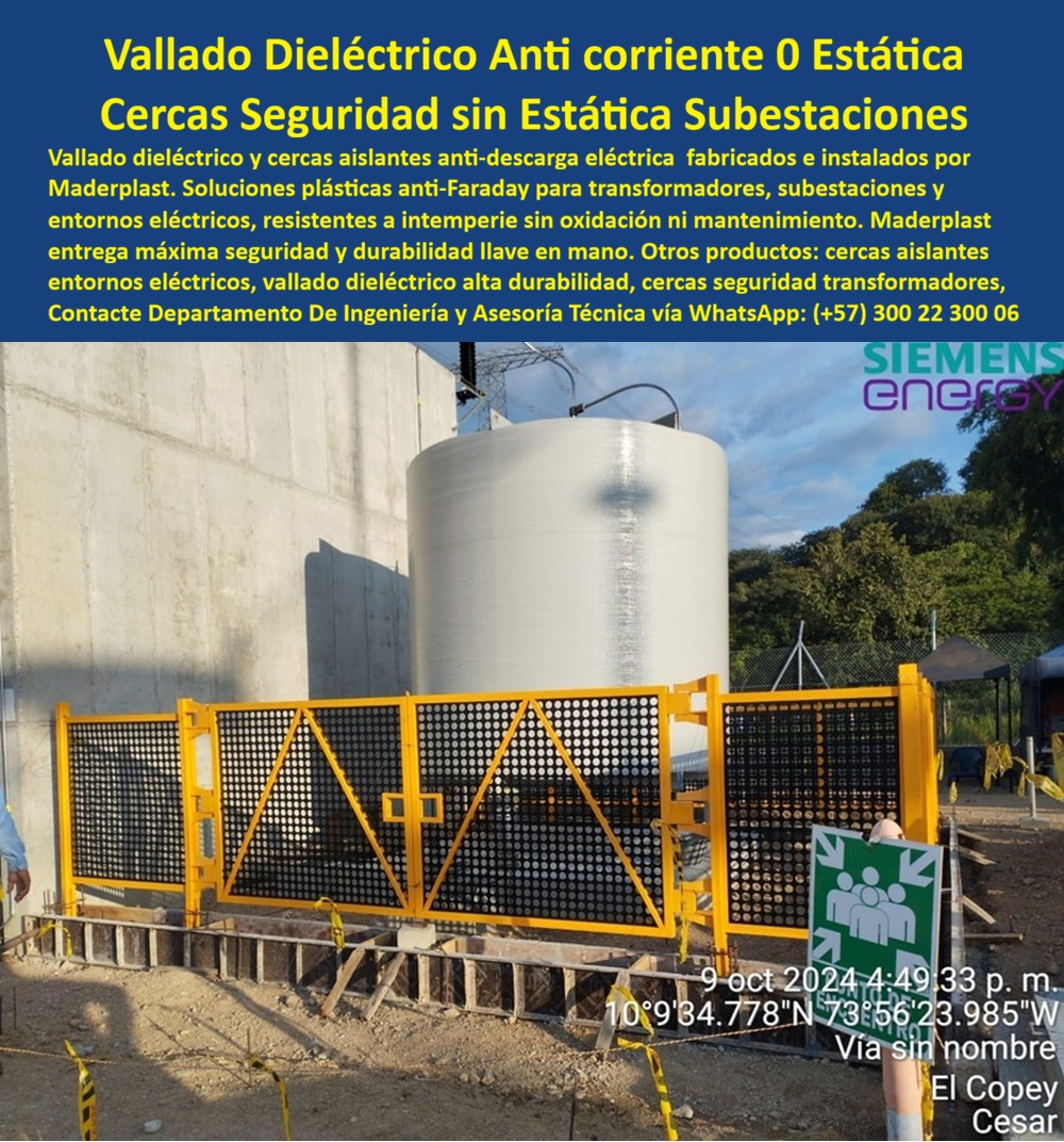 Vallado Dieléctrico Anti Descarga Eléctrica Cerramientos Seguridad Maderplast - Vallado Dieléctrico Anti Descarga Eléctrica | Cercas Seguridad Subestaciones y Transformadores Maderplast La imagen muestra un vallado eléctrico instalado en una subestación eléctrica con transformadores y equipamiento de alta tensión. El sistema de cercas en colores contrastantes (amarillo y negro) con diseño técnico de perforaciones y refuerzos estructurales rodea de forma segura el área crítica, integrándose perfectamente al entorno industrial. Fabricado por Maderplast en polímeros de alta densidad, este cerramiento dieléctrico ofrece aislamiento eléctrico confiable y resistencia mecánica superior. Ingenieros eléctricos, gerentes de mantenimiento y contratistas de infraestructura energética enfrentan riesgos constantes: corrosión de cercas metálicas, generación de estática, descargas eléctricas y fallos por incumplimiento de normas como RETIE. Este vallado dieléctrico anti descarga eléctrica y cercas aislantes de corriente Maderplast resuelven estos problemas de manera definitiva. Como material no conductor y anti-Faraday, elimina riesgos de arco eléctrico y descargas, mientras resiste intemperie, UV y humedad sin oxidación ni mantenimiento. Además de la seguridad eléctrica crítica, estos cerramientos de seguridad para subestaciones entregan beneficios adicionales de gran valor técnico: instalación rápida y modular, bajo peso que reduce esfuerzos estructurales, alta durabilidad en entornos industriales agresivos y cumplimiento normativo RETIE. Ideales para vallado plástico anti Faraday, cercas de transformadores y protección perimetral en plantas eléctricas, proporcionan tranquilidad operativa y reducción significativa del costo total de propiedad. Los profesionales del sector saben que en instalaciones eléctricas la seguridad no es negociable. Mientras las soluciones metálicas tradicionales generan riesgos, costos ocultos y paradas no programadas, los vallados dieléctricos Maderplast ofrecen respaldo técnico verificable. Las pruebas extremas de laboratorio y videos disponibles en el canal @maderplasSA, junto con fichas técnicas completas, avalan su rendimiento en condiciones reales. Para proyectos que requieren cerramientos perimetrales eléctricos, cercas aislantes, vallado de seguridad para subestaciones y protección contra descargas, Maderplast es la solución técnica más confiable y duradera del mercado colombiano. Asesoría Especializada Con Un Especialista De Maderplast, Atención Personalizada En Este Whatsapp 57+ 300 22 300 06 Cercas Aislantes de Corriente y Descargas Transformadores, Vallado Plástico Anti Faraday Eléctrico Resistente Intemperie, Cerramiento Dieléctrico Subestación Retie Vallado Dieléctrico Anti Descarga Eléctrica Cerramientos Seguridad Maderplast Cercas Aislantes de Corriente y Descargas Transformadores Vallado Plástico Anti Faraday Eléctrico Resistente Intemperie Cerramiento Dieléctrico Subestación Retie Vallado Dieléctrico Anti Descarga Eléctrica | Cercas Seguridad Subestaciones y Transformadores Maderplast La imagen muestra un vallado eléctrico instalado en una subestación eléctrica con transformadores y equipamiento de alta tensión. El sistema de cercas en colores contrastantes (amarillo y negro) con diseño técnico de perforaciones y refuerzos estructurales rodea de forma segura el área crítica, integrándose perfectamente al entorno industrial. Fabricado por Maderplast en polímeros de alta densidad, este cerramiento dieléctrico ofrece aislamiento eléctrico confiable y resistencia mecánica superior. Ingenieros eléctricos, gerentes de mantenimiento y contratistas de infraestructura energética enfrentan riesgos constantes: corrosión de cercas metálicas, generación de estática, descargas eléctricas y fallos por incumplimiento de normas como RETIE. Este vallado dieléctrico anti descarga eléctrica y cercas aislantes de corriente Maderplast resuelven estos problemas de manera definitiva. Como material no conductor y anti-Faraday, elimina riesgos de arco eléctrico y descargas, mientras resiste intemperie, UV y humedad sin oxidación ni mantenimiento. Además de la seguridad eléctrica crítica, estos cerramientos de seguridad para subestaciones entregan beneficios adicionales de gran valor técnico: instalación rápida y modular, bajo peso que reduce esfuerzos estructurales, alta durabilidad en entornos industriales agresivos y cumplimiento normativo RETIE. Ideales para vallado plástico anti Faraday, cercas de transformadores y protección perimetral en plantas eléctricas, proporcionan tranquilidad operativa y reducción significativa del costo total de propiedad. Los profesionales del sector saben que en instalaciones eléctricas la seguridad no es negociable. Mientras las soluciones metálicas tradicionales generan riesgos, costos ocultos y paradas no programadas, los vallados dieléctricos Maderplast ofrecen respaldo técnico verificable. Las pruebas extremas de laboratorio y videos disponibles en el canal @maderplasSA, junto con fichas técnicas completas, avalan su rendimiento en condiciones reales. Para proyectos que requieren cerramientos perimetrales eléctricos, cercas aislantes, vallado de seguridad para subestaciones y protección contra descargas, Maderplast es la solución técnica más confiable y duradera del mercado colombiano. Asesoría Especializada Con Un Especialista De Maderplast, Atención Personalizada En Este Whatsapp 57+ 300 22 300 06