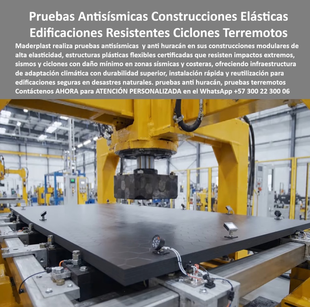 Construcciones Pruebas Antisísmicas Prueba Anti Huracán Elasticidad Maderplast - Pruebas antisísmicas a escala industrial real: cuando la ingeniería deja de ser teoría La imagen muestra algo que va más allá de un ensayo de probeta en un laboratorio pequeño: una prensa industrial de gran formato, con capacidad de aplicar carga controlada sobre un panel completo de tamaño real, con estructura hexagonal a la vista. No es una simulación a escala reducida extrapolada con cálculos. META DESCRIPCIÓN CORTA Maderplast realiza pruebas antisísmicas y anti huracán a escala industrial real, no solo en probetas de laboratorio. Prensas de gran formato validan la resistencia de paneles plásticos flexibles ante impactos extremos, sismos y ciclones. Construcción modular NSR con daño mínimo comprobado, ideal para infraestructura de adaptación climática en zonas sísmicas y costeras, con instalación rápida y reutilización. Es la pieza misma, del tamaño en que se instalará en obra, sometida a esfuerzo real bajo condiciones controladas de fábrica. Prensa Industrial De Ensayo Estructural A Escala Real — Paneles Elásticos Maderplast Para Zonas Sísmicas Y Ciclónicas TEXTO ALTERNATIVO Prensa hidráulica industrial de gran formato ensayando panel plástico hexagonal Maderplast, prueba de resistencia estructural a escala real para edificaciones antisísmicas y anti huracán en zonas de riesgo Esta diferencia importa, y mucho, para cualquier ingeniero que evalúe edificaciones resistentes a ciclones y terremotos. Un ensayo de laboratorio en probeta pequeña permite conocer el comportamiento del material a nivel micro. Pero un ensayo industrial como el que se ve aquí permite validar algo distinto y complementario: cómo se comporta el panel completo, con su geometría final, sus uniones y su espesor real, cuando recibe una carga equivalente a la que enfrentaría durante un sismo o un viento huracanado en campo. Es la prueba que responde a la pregunta que realmente le importa al comprador técnico: no "¿resiste el material en teoría?", sino "¿resiste la pieza exacta que voy a instalar en mi proyecto?". Maderplast desarrolla sus construcciones modulares de alta elasticidad bajo esta filosofía de doble validación: ensayo de material y ensayo de pieza terminada. Las estructuras plásticas flexibles que resultan de este proceso están certificadas para resistir impactos extremos, sismos y ciclones con daño mínimo, un estándar muy distinto al de sistemas constructivos que solo ofrecen fichas técnicas genéricas sin evidencia de ensayo a escala real. Una pregunta habitual entre constructores e ingenieros de proyectos en zonas costeras es por qué insistir en pruebas anti huracán y pruebas de terremotos sobre la pieza completa, y no solo confiar en el dato de resistencia del polímero base. La respuesta técnica es directa: el comportamiento estructural de un panel no depende únicamente del material, depende de cómo ese material se comporta en su forma final, con su geometría, sus refuerzos y sus puntos de unión. Un panel puede fallar en sus bordes o en sus conexiones aunque el material central sea excelente. Por eso una prensa industrial como la de la imagen resulta indispensable: valida el sistema completo, no solo el insumo. Este enfoque de validación a escala real es lo que sostiene el concepto de infraestructura de adaptación climática con durabilidad superior. No hablamos de un producto pensado únicamente para condiciones normales de uso, sino de un sistema diseñado desde su origen para escenarios de desastre natural: sismos de alta intensidad, ciclones categoría alta, e impactos extremos que la construcción tradicional en madera o mampostería simple no logra absorber sin colapsar. Además, esta capacidad de producción industrial certificada tiene una consecuencia práctica directa para quien construye: instalación rápida y reutilización. Al tratarse de paneles modulares validados a escala real, el montaje en obra es más predecible, más veloz y permite reconfiguración o reubicación de la estructura cuando el proyecto lo requiere, algo especialmente valioso en construcción modular NSR para zonas sísmicas y costeras donde los plazos de reconstrucción suelen ser críticos. Para quien está evaluando una casa prefabricada para zona sísmica o costera, o cualquier infraestructura destinada a enfrentar desastres naturales, la recomendación técnica es simple: pregunte si el sistema fue validado únicamente en probeta de laboratorio, o también a escala industrial real, como se observa en este proceso de Maderplast. Esa diferencia es, con frecuencia, la que separa una ficha técnica optimista de una edificación que efectivamente resiste cuando el evento ocurre. Nuestro equipo de ingeniería puede compartir los detalles de este proceso de ensayo y asesorar en la especificación técnica adecuada para su proyecto. Contáctenos por WhatsApp al +57 300 22 300 06 para recibir atención personalizada y asesoría técnica según su zona de riesgo. infraestructura desastres naturales, Edificaciones Resistentes a Ciclones y Terremotos, Casa prefabricada zonas sísmicas y costeras, construcción modular NSR Construcciones Pruebas Antisísmicas Prueba Anti Huracán Elasticidad Maderplast infraestructura desastres naturales Edificaciones Resistentes a Ciclones y Terremotos Casa prefabricada zonas sísmicas y costeras construcción modular NSR Pruebas antisísmicas a escala industrial real: cuando la ingeniería deja de ser teoría La imagen muestra algo que va más allá de un ensayo de probeta en un laboratorio pequeño: una prensa industrial de gran formato, con capacidad de aplicar carga controlada sobre un panel completo de tamaño real, con estructura hexagonal a la vista. No es una simulación a escala reducida extrapolada con cálculos. META DESCRIPCIÓN CORTA Maderplast realiza pruebas antisísmicas y anti huracán a escala industrial real, no solo en probetas de laboratorio. Prensas de gran formato validan la resistencia de paneles plásticos flexibles ante impactos extremos, sismos y ciclones. Construcción modular NSR con daño mínimo comprobado, ideal para infraestructura de adaptación climática en zonas sísmicas y costeras, con instalación rápida y reutilización. Es la pieza misma, del tamaño en que se instalará en obra, sometida a esfuerzo real bajo condiciones controladas de fábrica. Prensa Industrial De Ensayo Estructural A Escala Real — Paneles Elásticos Maderplast Para Zonas Sísmicas Y Ciclónicas TEXTO ALTERNATIVO Prensa hidráulica industrial de gran formato ensayando panel plástico hexagonal Maderplast, prueba de resistencia estructural a escala real para edificaciones antisísmicas y anti huracán en zonas de riesgo Esta diferencia importa, y mucho, para cualquier ingeniero que evalúe edificaciones resistentes a ciclones y terremotos. Un ensayo de laboratorio en probeta pequeña permite conocer el comportamiento del material a nivel micro. Pero un ensayo industrial como el que se ve aquí permite validar algo distinto y complementario: cómo se comporta el panel completo, con su geometría final, sus uniones y su espesor real, cuando recibe una carga equivalente a la que enfrentaría durante un sismo o un viento huracanado en campo. Es la prueba que responde a la pregunta que realmente le importa al comprador técnico: no "¿resiste el material en teoría?", sino "¿resiste la pieza exacta que voy a instalar en mi proyecto?". Maderplast desarrolla sus construcciones modulares de alta elasticidad bajo esta filosofía de doble validación: ensayo de material y ensayo de pieza terminada. Las estructuras plásticas flexibles que resultan de este proceso están certificadas para resistir impactos extremos, sismos y ciclones con daño mínimo, un estándar muy distinto al de sistemas constructivos que solo ofrecen fichas técnicas genéricas sin evidencia de ensayo a escala real. Una pregunta habitual entre constructores e ingenieros de proyectos en zonas costeras es por qué insistir en pruebas anti huracán y pruebas de terremotos sobre la pieza completa, y no solo confiar en el dato de resistencia del polímero base. La respuesta técnica es directa: el comportamiento estructural de un panel no depende únicamente del material, depende de cómo ese material se comporta en su forma final, con su geometría, sus refuerzos y sus puntos de unión. Un panel puede fallar en sus bordes o en sus conexiones aunque el material central sea excelente. Por eso una prensa industrial como la de la imagen resulta indispensable: valida el sistema completo, no solo el insumo. Este enfoque de validación a escala real es lo que sostiene el concepto de infraestructura de adaptación climática con durabilidad superior. No hablamos de un producto pensado únicamente para condiciones normales de uso, sino de un sistema diseñado desde su origen para escenarios de desastre natural: sismos de alta intensidad, ciclones categoría alta, e impactos extremos que la construcción tradicional en madera o mampostería simple no logra absorber sin colapsar. Además, esta capacidad de producción industrial certificada tiene una consecuencia práctica directa para quien construye: instalación rápida y reutilización. Al tratarse de paneles modulares validados a escala real, el montaje en obra es más predecible, más veloz y permite reconfiguración o reubicación de la estructura cuando el proyecto lo requiere, algo especialmente valioso en construcción modular NSR para zonas sísmicas y costeras donde los plazos de reconstrucción suelen ser críticos. Para quien está evaluando una casa prefabricada para zona sísmica o costera, o cualquier infraestructura destinada a enfrentar desastres naturales, la recomendación técnica es simple: pregunte si el sistema fue validado únicamente en probeta de laboratorio, o también a escala industrial real, como se observa en este proceso de Maderplast. Esa diferencia es, con frecuencia, la que separa una ficha técnica optimista de una edificación que efectivamente resiste cuando el evento ocurre. Nuestro equipo de ingeniería puede compartir los detalles de este proceso de ensayo y asesorar en la especificación técnica adecuada para su proyecto. Contáctenos por WhatsApp al +57 300 22 300 06 para recibir atención personalizada y asesoría técnica según su zona de riesgo.