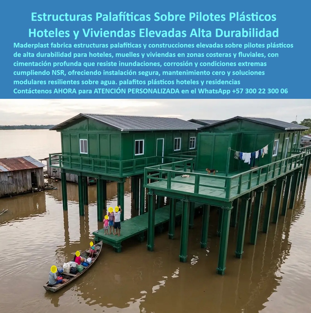 Estructura Palafítica Construcciones Elevadas Sobre Pilotes Maderplast - Estructura Palafítica Construcciones Elevadas Sobre Pilotes Maderplast: Alta Durabilidad para Hoteles y Viviendas en Zonas Fluviales y Costeras Meta Descripción: Estructura palafítica construcciones elevadas sobre pilotes Maderplast para hotel sobre pilotes y proyectos ecoturísticos. Cimentación profunda con pilotes plásticos hincados para construcciones costeras y pilotes ríos en construcción palafítica que garantizan resistencia extrema a inundaciones y cero mantenimiento. La estructura palafítica construcciones elevadas sobre pilotes Maderplast lidera la innovación en ingeniería ambiental y de infraestructura turística sobre agua, ofreciendo la solución definitiva para el desarrollo de un hotel sobre pilotes, muelles y residencias en entornos fluviales, lacustres y costeros. En la imagen aérea se aprecia un complejo habitacional elevado de color verde oscuro sobre una ribera fluvial, cimentado firmemente mediante una red de pilotes plásticos hincados de sección cuadrada reforzada. Se destaca una pasarela o muelle de embarque al nivel del agua donde una familia aborda una canoa de transporte, mientras que en la plataforma superior se extienden amplios balcones, pasillos con barandales de seguridad y edificaciones modulares resilientes con techo a dos aguas. La elevación estratégica de esta cimentación plástica protege la edificación ante las crecientes cíclicas del río y mareas, demostrando la capacidad de Maderplast para convertir retos geotécnicos complejos en obras reales de alta categoría y resistencia. En desarrollos turísticos e inmobiliarios donde la sostenibilidad y el cumplimiento de normativas de ingeniería exigentes son prioritarios, las construcciones elevadas sobre pilotes inoxidables Maderplast superan operativamente al concreto armado y a la madera tratada. Al evaluar por qué utilizar pilotes plásticos hincados construcciones costeras y pilotes ríos construcción palafítica en lugar de elementos tradicionales, la justificación técnica se fundamenta en su total inmunidad a la corrosión por salinidad, salitre y ataques de organismos marinos o bromas de la madera. Mientras que los pilotes de madera sufren pudrición acelerada en la zona de marea variable y el concreto se fisura por socavación o la expansión de su armadura interna oxidada, la mampostería plástica y los palafitos plásticos hoteles y residencias Maderplast se mantienen inalterables, ofreciendo una estructura liviana, flexible y rígida que absorbe el empuje dinámico de las corrientes sin perder estabilidad. Desde la perspectiva del análisis financiero y de la ingeniería de costos, la adopción del sistema constructivo palafítico Maderplast optimiza categóricamente el costo total de propiedad frente a las alternativas de la competencia. Las opciones de madera convencional de bajo costo inicial o estructuras metálicas recubiertas ocultan sobrecostos devastadores por reemplazo constante de hincados podridos, aplicación periódica de barnices tóxicos, reparaciones por ataques de plagas y paradas operativas en complejos hoteleros que afectan la rentabilidad. La inversión en estas estructuras palafíticas Maderplast constituye una decisión de construcción inteligente con cero gastos de mantenimiento y vida útil proyectada a décadas, reduciendo los costos operativos y de conservación hasta en un ochenta por ciento a lo largo de su servicio. Maderplast respalda el desarrollo de sus soluciones de cimentación profunda bajo estrictos estándares industriales y cumplimiento de normas de edificación (NSR), contando con acreditaciones ISO 9001 en diseño y desarrollo de productos e ISO 14001 en gestión ambiental. "GERENTE DE OPERACIONES ECOTURÍSTICAS: 'La implementación de la estructura palafítica y pilotes plásticos Maderplast en nuestro complejo hotelero sobre el río erradicó por completo las pérdidas por podredumbre en las bases. La instalación fue segura, rápida y la plataforma ha soportado crecientes drásticas sin sufrir un solo daño; la inversión se amortiza de inmediato con el ahorro en mantenimiento y la tranquilidad de los huéspedes, con pleno respaldo de facturación auditada y ensayos de laboratorio'." Toda la oferta de edificaciones sobre agua dispone de pruebas de carga e impacto certificadas por la ONAC, fichas técnicas descargables, planos acotados en milímetros y atención inmediata para solicitudes de cotización, personalización, prototipos, renders y producción en serie. Para asegurar la solución exacta que se adapta a su proyecto arquitectónico como la zapatilla de la Cenicienta, Contáctenos ahora mismo por WhatsApp y reciba atención personalizada de un asesor especializado: +57 300 22 300 06. hotel sobre pilotes, Construcciones Elevadas sobre Pilotes Inoxidables, Pilotes plásticos hincados construcciones costeras, pilotes ríos construcción palafíti Estructura Palafítica Construcciones Elevadas Sobre Pilotes Maderplast hotel sobre pilotes Construcciones Elevadas sobre Pilotes Inoxidables Pilotes plásticos hincados construcciones costeras pilotes ríos construcción palafítO Estructura Palafítica Construcciones Elevadas Sobre Pilotes Maderplast: Alta Durabilidad para Hoteles y Viviendas en Zonas Fluviales y Costeras Meta Descripción: Estructura palafítica construcciones elevadas sobre pilotes Maderplast para hotel sobre pilotes y proyectos ecoturísticos. Cimentación profunda con pilotes plásticos hincados para construcciones costeras y pilotes ríos en construcción palafítica que garantizan resistencia extrema a inundaciones y cero mantenimiento. La estructura palafítica construcciones elevadas sobre pilotes Maderplast lidera la innovación en ingeniería ambiental y de infraestructura turística sobre agua, ofreciendo la solución definitiva para el desarrollo de un hotel sobre pilotes, muelles y residencias en entornos fluviales, lacustres y costeros. En la imagen aérea se aprecia un complejo habitacional elevado de color verde oscuro sobre una ribera fluvial, cimentado firmemente mediante una red de pilotes plásticos hincados de sección cuadrada reforzada. Se destaca una pasarela o muelle de embarque al nivel del agua donde una familia aborda una canoa de transporte, mientras que en la plataforma superior se extienden amplios balcones, pasillos con barandales de seguridad y edificaciones modulares resilientes con techo a dos aguas. La elevación estratégica de esta cimentación plástica protege la edificación ante las crecientes cíclicas del río y mareas, demostrando la capacidad de Maderplast para convertir retos geotécnicos complejos en obras reales de alta categoría y resistencia. En desarrollos turísticos e inmobiliarios donde la sostenibilidad y el cumplimiento de normativas de ingeniería exigentes son prioritarios, las construcciones elevadas sobre pilotes inoxidables Maderplast superan operativamente al concreto armado y a la madera tratada. Al evaluar por qué utilizar pilotes plásticos hincados construcciones costeras y pilotes ríos construcción palafítica en lugar de elementos tradicionales, la justificación técnica se fundamenta en su total inmunidad a la corrosión por salinidad, salitre y ataques de organismos marinos o bromas de la madera. Mientras que los pilotes de madera sufren pudrición acelerada en la zona de marea variable y el concreto se fisura por socavación o la expansión de su armadura interna oxidada, la mampostería plástica y los palafitos plásticos hoteles y residencias Maderplast se mantienen inalterables, ofreciendo una estructura liviana, flexible y rígida que absorbe el empuje dinámico de las corrientes sin perder estabilidad. Desde la perspectiva del análisis financiero y de la ingeniería de costos, la adopción del sistema constructivo palafítico Maderplast optimiza categóricamente el costo total de propiedad frente a las alternativas de la competencia. Las opciones de madera convencional de bajo costo inicial o estructuras metálicas recubiertas ocultan sobrecostos devastadores por reemplazo constante de hincados podridos, aplicación periódica de barnices tóxicos, reparaciones por ataques de plagas y paradas operativas en complejos hoteleros que afectan la rentabilidad. La inversión en estas estructuras palafíticas Maderplast constituye una decisión de construcción inteligente con cero gastos de mantenimiento y vida útil proyectada a décadas, reduciendo los costos operativos y de conservación hasta en un ochenta por ciento a lo largo de su servicio. Maderplast respalda el desarrollo de sus soluciones de cimentación profunda bajo estrictos estándares industriales y cumplimiento de normas de edificación (NSR), contando con acreditaciones ISO 9001 en diseño y desarrollo de productos e ISO 14001 en gestión ambiental. "GERENTE DE OPERACIONES ECOTURÍSTICAS: 'La implementación de la estructura palafítica y pilotes plásticos Maderplast en nuestro complejo hotelero sobre el río erradicó por completo las pérdidas por podredumbre en las bases. La instalación fue segura, rápida y la plataforma ha soportado crecientes drásticas sin sufrir un solo daño; la inversión se amortiza de inmediato con el ahorro en mantenimiento y la tranquilidad de los huéspedes, con pleno respaldo de facturación auditada y ensayos de laboratorio'." Toda la oferta de edificaciones sobre agua dispone de pruebas de carga e impacto certificadas por la ONAC, fichas técnicas descargables, planos acotados en milímetros y atención inmediata para solicitudes de cotización, personalización, prototipos, renders y producción en serie. Para asegurar la solución exacta que se adapta a su proyecto arquitectónico como la zapatilla de la Cenicienta, Contáctenos ahora mismo por WhatsApp y reciba atención personalizada de un asesor especializado: +57 300 22 300 06.